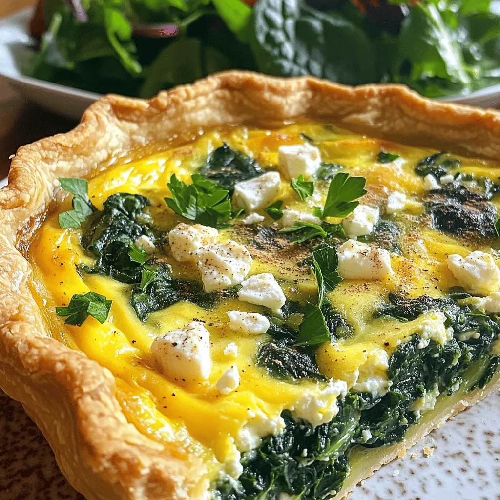 - 1 fertiger Tassenboden - 2 Tassen frischer, gehackter Spinat - 1 Tasse zerkrümelter Feta-Käse - 4 große Eier - 1 Tasse Milch (oder pflanzliche Milch) Die Hauptzutaten machen diese Quiche einfach und lecker. Der fertige Tassenboden spart Zeit. Frischer Spinat bringt Farbe und Nährstoffe. Feta-Käse gibt der Quiche einen reichen, salzigen Geschmack. Eier und Milch sorgen für eine schöne, cremige Füllung. - 1/2 Teelöffel Muskatnuss - Salz und Pfeffer nach Geschmack - 1 Esslöffel Olivenöl Die Gewürze und das Öl sind wichtig für den Geschmack. Muskatnuss gibt der Mischung eine besondere Note. Salz und Pfeffer heben die Aromen hervor. Olivenöl hilft, die Zwiebel und den Knoblauch zu braten und sorgt für ein tolles Aroma. - Frische Petersilie zur Garnitur - Zusätzliche Füllungen oder Kräuter Optionale Zutaten bieten mehr Flexibilität. Frische Petersilie sieht schön aus und gibt einen frischen Geschmack. Du kannst auch andere Füllungen oder Kräuter hinzufügen. Zum Beispiel Paprika, Zucchini oder frische Kräuter wie Basilikum. So wird deine Quiche noch individueller und interessanter. Für das vollständige Rezept besuche bitte [Full Recipe]. Heize deinen Ofen auf 190°C (375°F) vor. Das hilft der Quiche, gleichmäßig zu backen. Lege den fertigen Tassenboden in eine Pie-Form. Achte darauf, dass er gut sitzt, damit die Füllung nicht ausläuft. Erhitze in einer Pfanne einen Esslöffel Olivenöl bei mittlerer Hitze. Füge eine halbe Tasse fein gehackte Zwiebel und eine gehackte Zehe Knoblauch hinzu. Brate die Mischung an, bis die Zwiebel glasig wird, das dauert etwa 3-4 Minuten. Dann gib die zwei Tassen frischen, gehackten Spinat in die Pfanne. Koche ihn, bis er zusammenfällt, das sind etwa 2-3 Minuten. Nimm die Pfanne vom Herd und lasse die Mischung kurz abkühlen. In einer großen Rührschüssel verquirlst du vier große Eier mit einer Tasse Milch. Rühre gut, bis alles gut vermischt ist. Füge eine Tasse zerkrümelten Feta-Käse und eine halbe Teelöffel Muskatnuss hinzu. Gib dann die abgekühlte Zwiebel-Spinat-Mischung dazu und rühre alles gut um. Schmecke die Mischung mit Salz und Pfeffer ab. Gieße die Spinat-Feta-Mischung in den vorbereiteten Tassenboden. Streiche die Füllung mit einem Spatel glatt. Backe die Quiche im vorgeheizten Ofen für 30-35 Minuten. Sie ist fertig, wenn sie fest und leicht goldbraun ist. Nach dem Backen nimm die Quiche aus dem Ofen. Lass sie etwa 10 Minuten ruhen, bevor du sie in Stücke schneidest. Für das vollständige Rezept, schau hier: [Full Recipe]. Ein häufiger Fehler ist das Überfüllen der Quiche. Wenn du die Mischung zu hoch einfüllst, kann sie überlaufen. Halte den Rand frei, um ein sauberes Backen zu garantieren. Ein weiterer Fehler ist, die Quiche zu lange zu backen. Wenn sie zu lange im Ofen bleibt, wird sie trocken. Achte darauf, dass sie goldbraun und fest, aber nicht zu hart ist. Um den Geschmack zu verbessern, empfehle ich, frischen Spinat zu verwenden. Er hat mehr Aroma und Nährstoffe als gefrorener. Du kannst auch Gewürze wie Paprika oder Dill hinzufügen, um mehr Tiefe zu schaffen. Muskatnuss passt sehr gut zu Spinat und Feta. Sie gibt der Füllung einen warmen, reichen Geschmack. Die Präsentation ist wichtig. Anrichten mit frischer Petersilie macht die Quiche schön und einladend. Du kannst die Petersilie fein hacken und kurz vor dem Servieren darüber streuen. Serviere die Quiche warm mit einem gemischten grünen Salat. So hast du ein komplettes Gericht, das gut aussieht und lecker schmeckt. {{image_4}} Du kannst deine Quiche ganz einfach anpassen, indem du verschiedene Gemüse hinzufügst. Paprika und Zucchini passen gut dazu. Sie bringen Farben und Geschmack. Außerdem kannst du saisonales Gemüse verwenden. Im Frühling ist Spargel eine tolle Wahl. Im Herbst sind Kürbis oder Pilze perfekt. Diese Vielfalt macht das Gericht spannend und lecker. Feta ist großartig, aber du kannst auch andere Käsesorten ausprobieren. Ziegenkäse gibt der Quiche einen besonderen Geschmack. Cheddar sorgt für eine cremige Textur. Du kannst verschiedene Käsesorten mischen. So schaffst du neue Geschmäcker. Achte darauf, die Käsesorten gut zu kombinieren, um die Aromen zu harmonisieren. Wenn du eine Low-Carb-Diät machst, gibt es tolle Teigoptionen. Du kannst Blumenkohlteig nutzen. Er ist leicht und gesund. Für glutenfreie Varianten gibt es viele Rezepte. Mandelmehl ist eine gute Basis. So bleibt deine Quiche knusprig und lecker. Es gibt viele Wege, die Quiche zu variieren. Probiere neue Dinge aus und finde deinen Favoriten. Du kannst das Rezept ganz nach deinem Geschmack anpassen. Für das vollständige Rezept, schau dir die Spinat & Feta genuss Quiche an. Die Quiche bleibt frisch für etwa drei bis vier Tage. Bewahre sie in einem luftdichten Behälter auf. So bleibt der Geschmack erhalten. Du kannst auch Frischhaltefolie verwenden. Achte darauf, die Quiche vollständig abkühlen zu lassen, bevor du sie einpackst. Um die Quiche einzufrieren, lasse sie zuerst abkühlen. Schneide sie in Stücke, damit das Einfrieren einfacher ist. Wickel die Stücke in Frischhaltefolie und lege sie in einen Gefrierbeutel. Achte darauf, die Luft herauszudrücken, um Gefrierbrand zu vermeiden. Zum Aufwärmen, gehe wie folgt vor: Lege die gefrorene Quiche in den Ofen und backe sie bei 180 °C für etwa 30 Minuten. So bleibt sie lecker und saftig. Die beste Art, die Quiche wiederzuverwenden, ist das Aufwärmen im Ofen. Du kannst sie auch kalt genießen, was perfekt für ein Picknick ist. Wenn du kreativ sein möchtest, verwandele Reste in einen leckeren Salat. Zerbröckele die Quiche über frischem Gemüse und füge ein einfaches Dressing hinzu. So hast du eine neue, köstliche Mahlzeit. Die Zubereitung einer Spinach and Feta Quiche ist schnell und einfach. Die Vorbereitungszeit beträgt etwa 15 Minuten. Danach backt die Quiche für 30 bis 35 Minuten im Ofen. Insgesamt brauchst du also etwa 50 Minuten, um ein köstliches Gericht auf den Tisch zu bringen. Ja, du kannst die Quiche im Voraus machen. Bereite die Füllung vor und fülle sie in den Tassenboden. Decke die Quiche ab und stelle sie im Kühlschrank. Du kannst die Quiche auch unbacken im Kühlschrank lagern. Backe sie einfach, wenn du bereit bist, sie zu servieren. So sparst du Zeit, wenn Gäste kommen. Die Quiche ist nicht glutenfrei, wenn du einen normalen Tassenboden verwendest. Du kannst jedoch glutenfreie Teige nutzen. Achte darauf, dass alle Zutaten glutenfrei sind. So kannst du die Quiche für alle genießen. Es gibt viele glutenfreie Teigrezepte, die du ausprobieren kannst. Die Quiche mit Spinat und Feta ist einfach und lecker. Sie benötigt nur wenige Zutaten wie den Tassenboden, frischen Spinat und Feta-Käse. Die Schritt-für-Schritt-Anleitung hilft dir beim Zubereiten und Backen. Achte darauf, häufige Fehler zu vermeiden, um das beste Ergebnis zu erzielen. Variiere Rezepte mit weiterem Gemüse oder Käse. Bewahre die Quiche richtig im Kühlschrank oder tiefgefroren auf. Mit kreativen Tipps nutzt du Reste optimal. Die Zubereitung macht Spaß und gelingt jedem. Genieße deine Quiche in vollen Zügen!