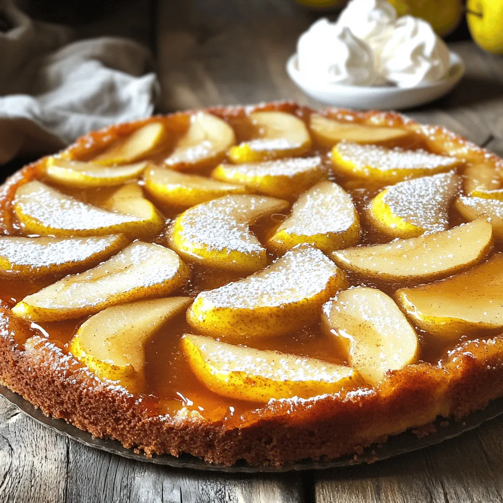 - 3 reife Birnen - 115 g ungesalzene Butter - 220 g brauner Zucker Die Hauptzutaten sind einfach, aber wichtig. Die Birnen geben dem Kuchen seine Süße. Ich wähle reife Birnen, weil sie beim Backen weich werden. Die Butter sorgt für einen reichen Geschmack. Der braune Zucker fügt eine schöne Karamellnote hinzu. - Gewürze wie Zimt, Muskatnuss und Ingwer - Weizenmehl und Backpulver - Kristallzucker und Eier Die Gewürze machen den Kuchen besonders. Zimt hat eine warme Note, die gut zu Birnen passt. Muskatnuss gibt einen Hauch von Tiefe, während Ingwer einen frischen Kick hinzufügt. Weizenmehl und Backpulver sorgen dafür, dass der Kuchen schön aufgeht. Kristallzucker und Eier binden alles zusammen und geben dem Kuchen Struktur. - 120 ml Milch - 1 Teelöffel Vanilleextrakt Die Milch macht den Teig weich und feucht. Vanilleextrakt bringt einen süßen Duft. Diese beiden Zutaten sind der Schlüssel zu einem geschmackvollen Kuchen. Wenn Sie alles zusammenfügen, entsteht ein wunderbarer Teig, der die Birnen perfekt umschließt. Wenn Sie das vollständige Rezept sehen möchten, schauen Sie nach dem Gewürzter Birnen-Umdreht-Kuchen. Heizen Sie Ihren Ofen auf 175°C vor. Fetten Sie eine runde 23-cm-Kuchenform leicht mit Butter ein. Eine gut gefettete Form sorgt für ein einfaches Stürzen des Kuchens. Das verhindert, dass der Kuchen am Rand kleben bleibt. Schmelzen Sie 115 g Butter in einer Pfanne bei mittlerer Hitze. Fügen Sie dann 220 g braunen Zucker hinzu. Rühren Sie die Mischung, bis der Zucker ganz aufgelöst ist und sie blubbert. Dies dauert nur ein paar Minuten. Rühren Sie jetzt 1 Teelöffel gemahlenen Zimt, 1/2 Teelöffel gemahlene Muskatnuss und 1/2 Teelöffel gemahlenen Ingwer ein. Diese Gewürze bringen tollen Geschmack. Nehmen Sie die Pfanne vom Herd und gießen Sie die Mischung in die vorbereitete Kuchenform. In einer mittelgroßen Schüssel vermischen Sie 190 g Weizenmehl, 2 Teelöffel Backpulver und 1/4 Teelöffel Salz gut. In einer separaten großen Schüssel schlagen Sie 100 g Kristallzucker und 2 große Eier mit einem Handmixer. Schlagen Sie, bis die Mischung hell und fluffig ist. Fügen Sie 1 Teelöffel Vanilleextrakt hinzu und vermengen Sie alles gut. Jetzt fügen Sie die Mehlmischung abwechselnd mit 120 ml Milch hinzu. Beginnen Sie und enden Sie mit dem Mehl. Rühren Sie, bis alles gut vermischt ist. Gießen Sie den Kuchenteig über die Birnen in der Kuchenform. Verstreichen Sie ihn gleichmäßig. Für das vollständige Rezept, schauen Sie bitte auf die Angaben zu Gewürzter Birnen-Umdreht-Kuchen. Um die Birnen richtig zu schneiden, beginne mit dem Schälen. Nutze einen scharfen Schäler, um die Haut schnell zu entfernen. Danach halbiere die Birnen. Entferne die Kerne mit einem kleinen Messer. Schneide die Birnen in gleichmäßige Scheiben von etwa einem Zentimeter. So garen sie gleichmäßig im Kuchen. Achte darauf, dass die Scheiben nicht zu dick sind. Dünne Scheiben geben dir ein zartes Ergebnis. Das Mischen der Zutaten ist sehr wichtig. Schlage die Eier und den Zucker gut auf. Das sorgt für Luft und Volumen. Mische die trockenen Zutaten separat. Du solltest das Mehl, das Backpulver und das Salz gut vermengen. Diese Mischung kommt dann nach und nach zu den feuchten Zutaten. So bleibt der Kuchen fluffig. Überprüfe die Backzeit genau. Backe den Kuchen bei 175°C. Nach 35 Minuten steche mit einem Zahnstocher in die Mitte. Wenn er sauber herauskommt, ist der Kuchen fertig. Lass ihn nicht zu lange im Ofen, sonst wird er trocken. Die Präsentation macht viel aus. Stäube Puderzucker über den Kuchen, um ihm Glanz zu verleihen. Du kannst auch frische Minze oder ein paar Beeren hinzufügen. Serviere den Kuchen warm mit Schlagsahne oder Vanilleeis. So wird er noch köstlicher. Ein schöner Teller macht das Dessert perfekt. Wenn du mehr Ideen brauchst, sieh dir das vollständige Rezept an. {{image_4}} Sie können mit verschiedenen Früchten spielen. Äpfel sind eine tolle Wahl. Sie bringen eine knackige Textur mit. Pfirsiche sind auch lecker. Sie fügen einen süßen, saftigen Geschmack hinzu. Schneiden Sie die Äpfel oder Pfirsiche in Scheiben. Verwenden Sie die gleichen Schritte wie bei den Birnen. Experimentieren Sie mit verschiedenen Kombinationen. So finden Sie Ihren Lieblingsgeschmack. Sie können die Gewürze leicht anpassen. Muskatnuss bringt einen warmen, reichen Geschmack. Zimt ist schon eine gute Basis. Experimentieren Sie mit Ingwer für eine würzige Note. Auch Nelken können Sie hinzufügen. Sie geben einen warmen, süßen Duft. Überlegen Sie, wie viel Sie hinzufügen möchten. So finden Sie die perfekte Balance. Möchten Sie eine glutenfreie Version machen? Ersetzen Sie das Weizenmehl durch Mandelmehl oder Reis-Mehl. Diese Mehle bringen eine andere Textur mit. Achten Sie darauf, die richtige Menge zu verwenden. Manchmal benötigen Sie mehr Flüssigkeit. Fügen Sie einen Teelöffel Xanthan-Gummi hinzu. Das hilft, die Struktur zu halten. So können Sie einen leckeren glutenfreien Kuchen backen. Für das vollständige Rezept, schauen Sie hier nach: [Full Recipe]. Um den Kuchen kühl zu halten, lassen Sie ihn zuerst vollständig abkühlen. Danach wickeln Sie ihn in Frischhaltefolie. Lagern Sie ihn in einem luftdichten Behälter. So bleibt er frisch und lecker. Wenn Sie den Kuchen einfrieren möchten, schneiden Sie ihn in Stücke. Wickeln Sie die Stücke einzeln ein und legen Sie sie in einen Gefrierbeutel. So können Sie ihn bis zu drei Monate aufbewahren. Wie lange bleibt der Kuchen frisch? Wenn der Kuchen bei Raumtemperatur bleibt, hält er sich etwa drei Tage. Für eine längere Frische lagern Sie ihn im Kühlschrank. Dort bleibt er bis zu einer Woche gut. Achten Sie darauf, ihn gut abzudecken, damit er keine anderen Gerüche aufnimmt. Es gibt einige Schritte, die Sie im Voraus erledigen können. Sie können die Birnen bereits am Vortag schneiden. So sparen Sie Zeit am Backtag. Auch die Karamellschicht können Sie im Voraus zubereiten. Lassen Sie sie einfach abkühlen und bewahren Sie sie im Kühlschrank auf. Am Backtag müssen Sie dann nur noch den Kuchenteig zubereiten und alles zusammenfügen. Das macht es einfacher und schneller! Um den Kuchen frisch zu halten, lasse ihn zuerst abkühlen. Danach wickel ihn in Frischhaltefolie. So bleibt er für bis zu drei Tage saftig. Alternativ kannst du ihn in einem luftdichten Behälter aufbewahren. Wenn du ihn länger lagern willst, lege ihn in den Kühlschrank. Vor dem Servieren, erwärme ihn kurz im Ofen. Ja, du kannst auch andere Früchte verwenden. Äpfel sind eine tolle Alternative. Pfirsiche oder Ananas passen ebenfalls gut. Schneide die Früchte in Scheiben und folge dem Rezept. Die Karamellschicht bleibt gleich lecker und süß. Es kann mehrere Gründe dafür geben. Möglicherweise hast du zu viel Flüssigkeit verwendet. Achte darauf, dass alle Zutaten genau abgemessen sind. Overmixing kann auch zu einem dichten Kuchen führen. Rühre den Teig nur bis alles gut vermischt ist. Überprüfe auch die Backzeit; vielleicht musst du länger backen. Das vollständige Rezept für Gewürzter Birnen-Umdreht-Kuchen findest du hier. Es bietet alle Schritte und Mengenangaben für einen perfekten Kuchen. Du hast gelernt, wie man einen köstlichen gewürzten Birnen-Umdreht-Kuchen zubereitet. Wir haben die Zutaten, Zubereitung und Tipps besprochen. Es gibt viele Variationen, um das Rezept anzupassen. Das richtige Lagern sorgt dafür, dass dein Kuchen frisch bleibt. Um all das perfekt zu machen, folge den Anleitungen genau. Mit etwas Übung wirst du ein echter Experte in der Kuchenbäckerei! Lass deiner Kreativität freien Lauf und genieße jeden Biss.