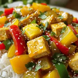 - 1 Block fester Tofu, gepresst und gewürfelt - 1 Tasse Paprika (rot, gelb, grün), in Streifen geschnitten - 1 Tasse Ananasstücke (frisch oder aus der Dose) - 1 kleine Zwiebel, in Ringe geschnitten - 2 Knoblauchzehen, fein gehackt - 1 Stück Ingwer (ca. 2,5 cm), gerieben - 3 Esslöffel Sojasauce - 3 Esslöffel Reisessig - 2 Esslöffel Honig oder Ahornsirup Bei den Zutaten für das Sweet and Sour Pork Stir-Fry ist es wichtig, frische und hochwertige Produkte zu wählen. Der Tofu ist die Hauptquelle für Protein und gibt der Pfanne eine tolle Textur. Achten Sie darauf, den Tofu gut zu pressen, damit er beim Braten schön knusprig wird. Die Paprika bringt Farbe und Süße in das Gericht. Verwenden Sie verschiedene Farben, um es ansprechender zu machen. Ananasstücke fügen eine fruchtige Note hinzu und balancieren die Aromen aus. Zwiebeln, Knoblauch und Ingwer sind die Aromaträger. Sie verleihen dem Gericht Tiefe und Geschmack. Die Sojasauce und der Reisessig geben der Sauce den typischen süß-sauren Kick. Honig oder Ahornsirup runden die Aromen ab und sorgen für eine angenehme Süße. Für den perfekten Geschmack und die richtige Konsistenz, verwenden Sie die Mischung aus Maisstärke und Wasser. Diese sorgt dafür, dass die Sauce schön dick wird und alle Zutaten umhüllt. Wenn Sie mehr über die Zubereitung erfahren möchten, schauen Sie sich das [Full Recipe] an. Zuerst drücke den Tofu, um die Feuchtigkeit zu entfernen. Schneide den Tofu in 2,5 cm große Würfel. Tupfe die Würfel mit einem Küchentuch trocken. Dieser Schritt hilft dem Tofu, später schön knusprig zu werden. Erhitze 2 Esslöffel Pflanzenöl in einer großen Pfanne oder einem Wok bei mittlerer bis hoher Hitze. Wenn das Öl heiß ist, füge die Tofuwürfel hinzu. Brate sie für 3-4 Minuten pro Seite, bis sie goldbraun sind. Nimm den Tofu aus der Pfanne und stelle ihn beiseite. In derselben Pfanne kannst du bei Bedarf mehr Öl hinzufügen. Jetzt kommen die geschnittene Zwiebel, Paprika, Knoblauch und Ingwer dazu. Brate sie etwa 3-4 Minuten, bis sie weich werden. Füge dann die Ananasstücke hinzu und gare sie für weitere 2 Minuten. Für die Sauce mische die Sojasauce, den Reisessig und den Honig oder Ahornsirup in einer kleinen Schüssel. Gieße die Mischung in die Pfanne. Bringe die Sauce zum Köcheln und füge die Maisstärke-Schlupfmischung hinzu. Rühre ständig, bis die Sauce glänzend und leicht dickflüssig ist, etwa 2 Minuten. Gib den gebratenen Tofu zurück in die Pfanne und arbeite ihn vorsichtig in die Sauce ein. Lasse alles noch eine Minute garen, um den Tofu zu erwärmen. Um Tofu perfekt zu braten, achte auf die Hitze. Erhitze das Öl auf mittlerer bis hoher Stufe. Wenn das Öl heiß ist, wird der Tofu knusprig. Zu niedrige Hitze macht den Tofu weich. Die Menge des Öls ist entscheidend. Zu wenig Öl lässt den Tofu anbrennen. Zu viel Öl macht das Gericht fettig. Nutze etwa zwei Esslöffel Pflanzenöl für ein gutes Ergebnis. Du kannst die Gemüsearten beim Rezept leicht ändern. Probiere Brokkoli, Zucchini oder Karotten. Diese Gemüsesorten bringen neue Aromen. Wenn du vegan kochen möchtest, bleibt der Tofu die beste Wahl. Glutenfreie Varianten sind auch möglich. Verwende glutenfreie Sojasauce, um die Sauce anzupassen. Die Präsentation ist wichtig. Serviere den Tofu auf einem Bett aus Jasminreis. Träufle etwas Sauce darüber für mehr Geschmack. Eine Prise Sesamsamen sorgt für einen schönen Abschluss. Du kannst auch frischen Koriander für eine farbenfrohe Note verwenden. Als Beilage passen Salat oder gedämpftes Gemüse gut dazu. {{image_4}} Um Tofu knuspriger zu machen, wickle ihn in ein Küchentuch. Drücke das Wasser gut heraus. Schneide ihn in kleine Würfel. Brate ihn in heißem Öl. Verwende eine Mischung aus Maisstärke und Wasser, bevor du ihn brätst. Das gibt ihm eine knusprige Schicht. So wird dein Tofu noch leckerer. Du kannst die Soße nach deinem Geschmack anpassen. Füge mehr Honig für Süße hinzu. Willst du mehr Schärfe? Dann gib eine Prise Chili oder scharfe Soße dazu. Experimentiere mit der Menge. So findest du deine perfekte Balance. Wenn du keine Lust auf Tofu hast, probiere Huhn oder Garnelen. Hähnchenbrust passt gut. Schneide sie in Stücke und brate sie an. Garnelen sind auch schnell gar. Sie nehmen den Geschmack der Soße gut auf. So hast du viele leckere Optionen für dein Gericht. Für das vollständige Rezept, siehe [Full Recipe]. Um die Reste von Sweet and Sour Pork Stir-Fry richtig aufzubewahren, lege sie in einen luftdichten Behälter. Stelle sicher, dass die Speisen abgekühlt sind, bevor du sie in den Kühlschrank stellst. So bleibt der Geschmack frisch. Du kannst die Reste bis zu drei Tage im Kühlschrank lagern. Wenn du die Reste aufwärmen möchtest, benutze eine Pfanne oder die Mikrowelle. In der Pfanne erhitzt du die Reste bei mittlerer Hitze. Rühre regelmäßig um, damit alles gleichmäßig warm wird. In der Mikrowelle decke die Schüssel ab und erwärme sie in 1-Minuten-Intervallen. Dies hilft, den Geschmack zu bewahren. Die Reste sind bis zu drei Tage genießbar, wenn sie richtig gelagert werden. Achte darauf, sie gut zu verschließen und im Kühlschrank aufzubewahren. Wenn du sie länger aufbewahren möchtest, friere den Sweet and Sour Pork Stir-Fry ein. So bleiben die Aromen bis zu drei Monate erhalten. Um die beste süß-saure Soße zu machen, mische Sojasauce, Reisessig und Honig. Diese drei Zutaten geben der Soße einen tollen Geschmack. Du kannst auch etwas Ananassaft hinzufügen, um die Frische zu erhöhen. Achte darauf, die Soße nicht zu lange zu kochen. So bleibt sie schön glänzend und dick. Ja, du kannst das Rezept im Voraus zubereiten. Koche alle Zutaten bis zur Soße. Lass die Mischung abkühlen und lagere sie im Kühlschrank. Du kannst die Soße bis zu drei Tage aufbewahren. Wenn du bereit bist zu essen, erwärme die Mischung in der Pfanne. Füge den Tofu hinzu und koche es kurz auf. Zu süß-saurer Pfanne passen viele Beilagen. Jasminreis ist eine tolle Wahl. Auch gebratene Nudeln oder ein frischer Salat ergänzen das Gericht gut. Du kannst auch Gemüse wie Brokkoli oder Zucchini als Beilage servieren. Diese Optionen bringen Farbe und Nährstoffe auf den Tisch. Das Rezept reicht für vier Personen. Du kannst es leicht anpassen, um mehr Portionen zu machen. Verdopple einfach die Zutaten. Wenn du weniger kochen möchtest, halbieren die Mengen. So kannst du die perfekte Menge für dein Familienessen zubereiten. Ja, du kannst den Zucker in diesem Rezept reduzieren. Verwende weniger Honig oder Ahornsirup, um die Süße zu verringern. Du kannst auch eine natürliche Süße wie Stevia probieren. Achte darauf, die Soße gut zu probieren. So findest du die beste Balance für deinen Geschmack. In diesem Blogbeitrag haben wir ein leckeres Rezept für süß-sauren Tofu durchgearbeitet. Ich habe die Hauptzutaten, die Zubereitung, wertvolle Tipps und Variationen behandelt. Besonders wichtig ist, dass du kreativ sein kannst und das Rezept nach deinem Geschmack anpassen darfst. Mit einfachen Schritten kannst du köstliche Gerichte zubereiten. Verwende Reste clever und genieße die Vielfalt. Viel Spaß beim Kochen und Entdecken neuer Geschmäcker!