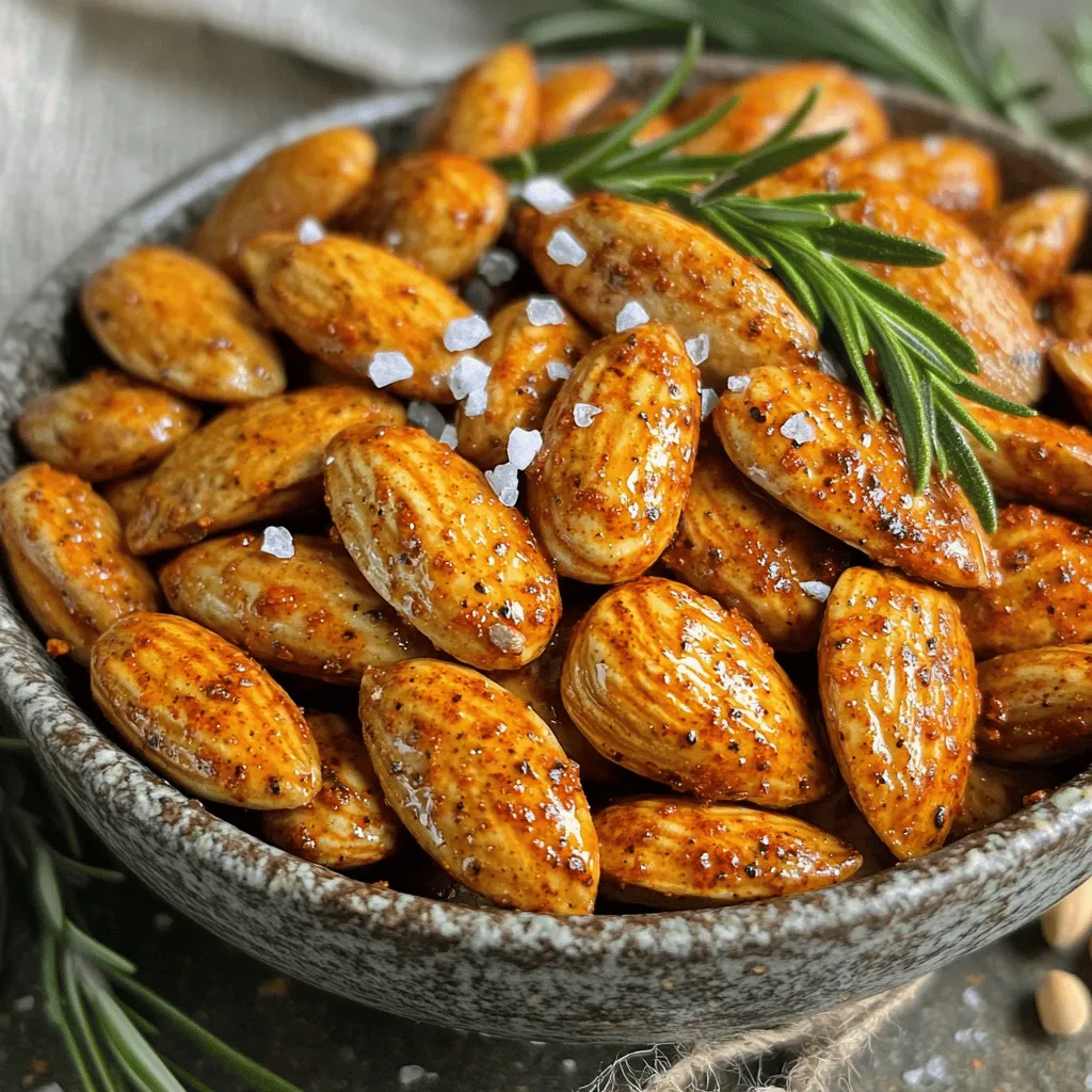 Für würzige geröstete Mandeln benötigst du nur ein paar Hauptzutaten. Diese sorgen für den vollen Geschmack. Hier ist die Liste: - 2 Tassen rohe Mandeln - 2 Esslöffel Olivenöl - 1 Teelöffel Cayennepfeffer - 1 Teelöffel geräuchertes Paprikapulver - 1 Teelöffel Knoblauchpulver - 1 Teelöffel Meersalz - 1/2 Teelöffel schwarzer Pfeffer - 1/2 Teelöffel Kreuzkümmel Diese Zutaten bilden die Basis für die würzigen Mandeln. Du kannst die Gewürze je nach Geschmack anpassen. Mehr Cayennepfeffer macht sie schärfer, weniger macht sie milder. Zusätzlich kannst du einige optionale Zutaten hinzufügen. Diese bringen noch mehr Geschmack. Hier sind einige Ideen: - 1 Esslöffel Ahornsirup oder Honig für eine süße Note - Eine Prise Zimt für eine besondere Würze - Frische Kräuter wie Rosmarin oder Thymian für einen frischen Kick Mit diesen Zutaten kannst du deine Mandeln ganz nach deinem Wunsch gestalten. Experimentiere ruhig mit verschiedenen Kombinationen. Wenn du Mandeln kaufst, achte auf die Qualität. Hochwertige Mandeln sind wichtig für den besten Geschmack. Hier sind einige Tipps, um gute Mandeln zu finden: - Sie sollten gleichmäßig in der Farbe sein, ohne dunkle Flecken. - Die Mandeln sollten knusprig und nicht weich sein. - Achte auf das Haltbarkeitsdatum, um frische Mandeln zu bekommen. Indem du hochwertige Mandeln wählst, stellst du sicher, dass dein Snack köstlich und gesund ist. Du kannst das Rezept für würzige geröstete Mandeln ganz einfach nach dem [Full Recipe] machen. Heize deinen Ofen auf 175°C (350°F) vor. So bekommen die Mandeln die perfekte Knusprigkeit. Nimm 2 Tassen rohe Mandeln und gib sie in eine große Schüssel. Gieße 2 Esslöffel Olivenöl über die Mandeln. Rühre gut, bis alle Mandeln mit Öl bedeckt sind. Das Öl hilft den Gewürzen, besser zu haften. Jetzt kommt der spannende Teil! Füge in die Schüssel: - 1 Teelöffel Cayennepfeffer (für Schärfe) - 1 Teelöffel geräuchertes Paprikapulver - 1 Teelöffel Knoblauchpulver - 1 Teelöffel Meersalz - 1/2 Teelöffel schwarzer Pfeffer - 1/2 Teelöffel Kreuzkümmel - 1 Esslöffel Ahornsirup oder Honig (für Süße, optional) Vermische alles gründlich. Stelle sicher, dass die Gewürze gleichmäßig verteilt sind. So bekommt jede Mandel den vollen Geschmack. Breite die gewürzten Mandeln auf einem Backblech aus, das mit Backpapier ausgelegt ist. Achte darauf, dass sie in einer einzigen Schicht liegen. Röste die Mandeln im vorgeheizten Ofen für 10-12 Minuten. Rühre sie nach der Hälfte der Zeit um. So wird jede Mandel gleichmäßig goldbraun. Sobald sie fertig sind, nimm das Backblech aus dem Ofen. Lass die Mandeln auf dem Blech abkühlen. Sie werden beim Abkühlen knuspriger. Probiere nach dem Abkühlen die Mandeln und passe die Gewürze nach deinem Geschmack an. Für das vollständige Rezept schaue dir das [Full Recipe] an. Um die besten Ergebnisse zu erzielen, heize deinen Ofen gut vor. 175°C sind ideal. Achte darauf, die Mandeln in einer einzigen Schicht auf dem Backblech zu verteilen. So rösten sie gleichmäßig. Rühre die Mandeln nach der Hälfte der Röstzeit um. Dies hilft, eine schöne goldene Farbe zu erreichen. Der Cayennepfeffer bestimmt die Schärfe. Du kannst die Menge leicht anpassen. Für einen milden Snack verwende weniger. Möchtest du es schärfer? Füge mehr Cayennepfeffer hinzu. Eine Prise zusätzlicher Gewürze wie Paprika kann die Aromen verstärken. Experimentiere mit deinen Lieblingsgewürzen. Serviere die würzigen gerösteten Mandeln in einer rustikalen Schüssel oder einem Einmachglas. Ein wenig frisches Meersalz darauf macht sie noch ansprechender. Du kannst sie mit Kräutern wie Rosmarin garnieren. Dies bringt Farbe und Duft auf den Tisch. Diese Mandeln sind perfekt für Partys oder einfach zum Snacken. {{image_4}} Würzige Mandeln können eine tolle Süße bekommen. Fügen Sie etwas Honig oder Ahornsirup hinzu. Diese süße Note passt gut zu den Gewürzen. Sie können auch einen Hauch von Zimt für eine warme Note verwenden. Das gibt den Mandeln einen neuen Twist. Für die herzhaften Varianten probieren Sie mehr Gewürze. Fügen Sie etwas Chili oder scharfen Senf hinzu. Diese Variationen sind perfekt für Gäste oder einen Filmabend. Sie können auch geröstete Knoblauchstücke für mehr Geschmack verwenden. Sie müssen nicht nur Mandeln verwenden. Cashews sind eine tolle Alternative. Sie sind cremig und nehmen die Aromen gut auf. Walnüsse sind auch lecker, wenn Sie einen nussigen Geschmack möchten. Sie können auch Pekannüsse für eine süßere Note verwenden. Jede Nuss hat ihren eigenen Geschmack. Experimentieren Sie mit verschiedenen Nüssen. So finden Sie Ihre Lieblingskombination. Die Gewürze können die Mandeln stark verändern. Probieren Sie Rosmarin oder Thymian für einen frischen Geschmack. Diese Kräuter bringen ein neues Aroma. Sie können auch italienische Kräuter wie Oregano oder Basilikum verwenden. Wenn Sie es würziger mögen, denken Sie an Chipotle oder Sriracha-Pulver. Diese geben einen schönen Kick. Kombinieren Sie süße und scharfe Gewürze für mehr Tiefe. So haben Sie immer neue Geschmäcker zum Entdecken. Für die genaue Zubereitung schauen Sie sich das Full Recipe an. Um frische Mandeln zu lagern, wähle einen kühlen, trockenen Ort. Ein dunkler Schrank oder eine Speisekammer sind ideal. Verwende einen luftdichten Behälter, um die Mandeln vor Feuchtigkeit und Licht zu schützen. Die richtige Lagerung hält die Mandeln frisch und knackig. Gewürzte Mandeln sind bei richtiger Lagerung etwa zwei bis drei Wochen haltbar. Wenn du sie in einem luftdichten Behälter aufbewahrst, bleiben sie länger frisch. Nach dem Rösten solltest du sie vollständig abkühlen lassen, bevor du sie lagerst. So verhinderst du, dass sie weich werden. Achte auf Veränderungen in Farbe oder Geruch. Wenn die Mandeln ranzig riechen oder sich verfärben, sind sie nicht mehr gut. Auch eine Veränderung der Konsistenz kann ein Zeichen sein. Wenn sie weich oder schimmelig sind, solltest du sie wegwerfen. Sicherheit geht vor, also prüfe deine Mandeln regelmäßig. Um die besten würzigen gerösteten Mandeln zu machen, folgen Sie einem einfachen Rezept. Sie brauchen rohe Mandeln und ein paar Gewürze. Heizen Sie den Ofen auf 175°C vor. Mischen Sie die Mandeln mit Olivenöl und Gewürzen wie Cayennepfeffer und Paprika. Rühren Sie die Mischung gut um. Breiten Sie die Mandeln auf einem Backblech aus und rösten Sie sie 10-12 Minuten. Wenden Sie sie einmal. Lassen Sie die Mandeln abkühlen, um die perfekte Knusprigkeit zu erreichen. Für das vollständige Rezept, schauen Sie sich die Seite über würzige geröstete Mandeln an. Mandeln sind sehr gesund. Sie sind reich an Vitaminen und Mineralien. Mandeln enthalten viel Vitamin E, das gut für die Haut ist. Sie sind auch eine gute Quelle für gesunde Fette. Diese Fette helfen, das Herz gesund zu halten. Darüber hinaus sind Mandeln reich an Ballaststoffen. Ballaststoffe helfen bei der Verdauung und machen satt. Eine Handvoll Mandeln kann eine gesunde Snack-Option sein. Hochwertige Mandeln finden Sie in vielen Geschäften. Bioläden haben oft frische Mandeln. Auch Supermärkte führen meist eine gute Auswahl. Achten Sie auf Mandeln, die in einem luftdichten Behälter verpackt sind. Online-Shops bieten auch eine große Auswahl. Lesen Sie die Bewertungen, um die besten Marken zu finden. Ja, Mandeln können Allergien auslösen. Einige Menschen haben eine Nussallergie. Diese Allergie kann ernst sein. Wenn Sie noch nie Mandeln gegessen haben, probieren Sie eine kleine Menge. Achten Sie auf mögliche Reaktionen. Wenn Sie allergisch sind, vermeiden Sie Mandeln und sprechen Sie mit einem Arzt. Würzige geröstete Mandeln sind eine leckere und einfache Snack-Option. In diesem Beitrag habe ich die wichtigsten Zutaten, die Schritt-für-Schritt-Anleitung und nützliche Tipps vorgestellt. Variationen ermöglichen dir kreatives Experimentieren, während die Lagerung Tipps helfen, die Mandeln frisch zu halten. Denke daran, die Qualität der Mandeln ist entscheidend. Ob für dich selbst oder zum Teilen, diese Mandeln sind immer eine gute Wahl. Viel Spaß beim Ausprobieren!