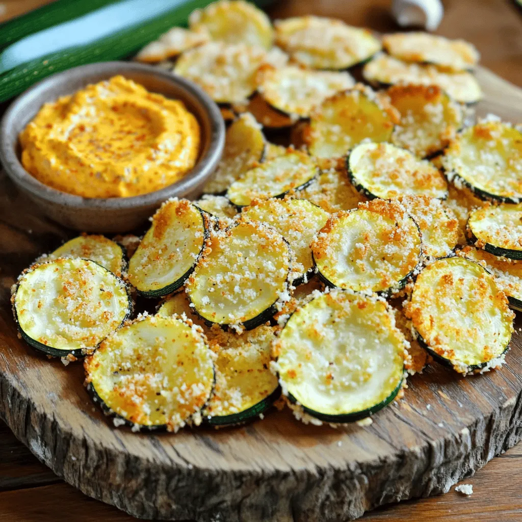 Für die Zubereitung von Baked Parmesan Zucchini Chips benötigst du folgende Hauptzutaten: - 2 mittelgroße Zucchini, in dünne Runden geschnitten - 1 Tasse geriebener Parmesan - 1 Tasse Semmelbrösel (vorzugsweise Vollkorn für einen nussigen Geschmack) - 1 Teelöffel Knoblauchpulver - 1 Teelöffel Zwiebelpulver - 1 Teelöffel Paprika - Salz und Pfeffer nach Geschmack - Olivenöl Spray Diese Zutaten sorgen für den leckeren Geschmack und die knusprige Textur. Zucchini sind leicht und gesund, während Parmesan und Semmelbrösel für die richtige Knusprigkeit sorgen. Für den perfekten Belag kannst du folgende Zutaten verwenden: - Frische Kräuter wie Thymian oder Oregano - Chili-Flocken für etwas Schärfe - Zitronenschale für zusätzlichen Geschmack Diese Zutaten bringen neue Aromen in deine Chips. Probiere sie aus, um deine Baked Parmesan Zucchini Chips noch interessanter zu machen. Wenn du etwas Abwechslung möchtest, probiere diese alternativen Zutaten: - Statt Parmesan kannst du auch Pecorino oder Cheddar verwenden. - Anstelle von Semmelbröseln kannst du gemahlene Mandeln oder Kichererbsenmehl nehmen. - Für eine glutenfreie Version wähle glutenfreie Semmelbrösel. Diese Optionen bieten dir viele Möglichkeiten, um die Chips nach deinem Geschmack anzupassen. Das Rezept bleibt einfach und macht Spaß, egal welche Zutaten du wählst. Schau dir das vollständige Rezept an, um die Schritte zu sehen! Zuerst waschen Sie die Zucchini gut. Sie sollten frisch und fest sein. Schneiden Sie die Zucchini in dünne Runden. Machen Sie die Scheiben etwa 0,6 cm dick. Achten Sie darauf, dass alle gleich groß sind. So backen sie gleichmäßig. Legen Sie die geschnittenen Zucchini auf ein Küchentuch. Das hilft, überschüssige Feuchtigkeit zu entfernen. Dadurch werden die Chips knuspriger. Jetzt ist es Zeit, die Panade vorzubereiten. Mischen Sie geriebenen Parmesan, Semmelbrösel, Knoblauchpulver, Zwiebelpulver, Paprika, Salz und Pfeffer in einer flachen Schüssel. Diese Mischung gibt den Zucchini Chips tollen Geschmack. Sprühen Sie jede Zucchinischeibe leicht mit Olivenöl ein. Das hilft der Panade, gut zu haften. Tauchen Sie nun die Zucchinischeiben in die Panade. Drücken Sie sanft, damit die Mischung gut klebt. Legen Sie die panierten Scheiben auf ein Backblech, ohne dass sie sich berühren. Heizen Sie den Ofen auf 220°C (425°F) vor. Legen Sie das Backblech mit Backpapier aus. So bleibt es sauber. Backen Sie die Zucchini-Chips 20-25 Minuten. Wenden Sie die Chips zur Halbzeit. So werden sie gleichmäßig goldbraun. Nach dem Backen lassen Sie die Chips einige Minuten abkühlen. Dadurch werden sie noch knuspriger. Genießen Sie die Chips mit einem leckeren Dip! Für das vollständige Rezept schauen Sie sich die [Full Recipe] an. Um die perfekten Zucchini-Chips zu machen, ist die Dicke der Scheiben wichtig. Schneide die Zucchini in gleichmäßige Runden von etwa 0,6 cm. So backen sie gleichmäßig. Achte darauf, beide Seiten der Chips leicht mit Olivenöl zu besprühen. Das hilft der Panade, besser zu haften. Die Mischung aus Parmesan und Semmelbröseln sollte gut gewürzt sein. Ich benutze Knoblauchpulver, Zwiebelpulver und Paprika für den Geschmack. Nach dem Panieren lege die Zucchini-Chips in einer einzigen Schicht auf das Backblech. So werden sie knusprig und goldbraun. Ein häufiger Fehler ist das Überlappen der Chips. Wenn sie sich berühren, werden sie nicht knusprig. Ein weiteres Problem ist die falsche Backzeit. Backe die Chips etwa 20-25 Minuten. Wende sie in der Mitte, um ein gleichmäßiges Bräunen zu erreichen. Vergiss nicht, die Zucchini vor dem Panieren gründlich zu trocknen. Wenn sie feucht sind, wird die Panade nicht so gut haften. Überprüfe die Chips gegen Ende der Backzeit. Sie sollten goldbraun sein und knusprig aussehen. Für die Präsentation kannst du die Zucchini-Chips in einer bunten Schüssel anrichten. Eine Holzplatte sieht auch toll aus. Ergänze dein Gericht mit einem Dip. Ein würziger Joghurt-Dip oder Marinara passt perfekt dazu. Du kannst die Chips auch als Snack oder Beilage servieren. Die Kombination aus knusprigen Chips und einem leckeren Dip macht sie zu einem Hit. Probiere diese Tipps, um deine Baked Parmesan Zucchini Chips noch besser zu machen! Hol dir das vollständige Rezept und starte noch heute mit dem Kochen! {{image_4}} Du kannst die Aromen deiner Zucchini-Chips leicht ändern. Füge mehr Knoblauchpulver hinzu, um einen kräftigen Geschmack zu bringen. Wenn du es scharf magst, probiere etwas Cayennepfeffer. Ein wenig italienische Gewürzmischung bringt einen frischen Hauch von Kräutern. Für einen süßeren Twist, füge einen Hauch von Zimt hinzu. So findest du die perfekte Mischung für deinen Geschmack. Parmesan ist großartig, aber du kannst auch andere Käsesorten verwenden. Probiere Pecorino oder Grana Padano für einen anderen Geschmack. Mozzarella gibt eine andere Textur, wird aber nicht so knusprig. Feta kann eine interessante Wahl sein, wenn du etwas Salziges magst. Experimentiere mit verschiedenen Käsesorten, um die beste Kombination zu finden. Zucchini ist toll, aber du kannst auch andere Gemüsesorten hinzufügen. Karotten oder Süßkartoffeln funktionieren gut und bringen Farbe auf deinen Teller. Blumenkohlröschen sind eine weitere gute Wahl. Du kannst sogar gekochte Linsen oder Kichererbsen für mehr Protein hinzufügen. Diese Variationen machen deine Chips noch interessanter und nahrhafter. Schau dir das [Full Recipe] an für weitere Ideen! Um die Baked Parmesan Zucchini Chips richtig zu lagern, lege sie in einen luftdichten Behälter. Das hält sie frisch und verhindert, dass sie weich werden. Du kannst auch ein Papiertuch in den Behälter legen. Das hilft, Feuchtigkeit zu absorbieren. Stelle sicher, dass die Chips vollständig abgekühlt sind, bevor du sie lagerst. Wenn deine Chips weich geworden sind, gibt es einen einfachen Trick. Lege sie auf ein Backblech und backe sie bei 180°C für etwa 5-10 Minuten. Das hilft, die Knusprigkeit zurückzubringen. Achte darauf, sie regelmäßig zu überprüfen, damit sie nicht verbrennen. Alternativ kannst du auch einen Toaster verwenden, um die Chips aufzufrischen. Im Kühlschrank halten die Chips etwa 3-4 Tage. Wenn du sie länger aufbewahren möchtest, friere sie ein. Lege die Chips in einen Gefrierbeutel und entferne die Luft. So halten sie sich bis zu 2 Monate. Achte darauf, sie nach dem Einfrieren nicht zu stapeln, um Bruch zu vermeiden. Für das beste Ergebnis, backe sie frisch und genieße sie warm! Baked Parmesan Zucchini Chips brauchen 20 bis 25 Minuten im Ofen. Die Zeit kann je nach Ofen leicht variieren. Achte darauf, dass die Chips goldbraun und knusprig sind. Wende die Chips nach der Hälfte der Zeit, damit sie gleichmäßig backen. So bekommst du das beste Ergebnis. Ja, du kannst auch andere Gemüse wie Auberginen oder Karotten verwenden. Schneide sie in dünne Scheiben, genau wie die Zucchini. Halte die Dicke gleich, damit sie gleichmäßig garen. Die Panade funktioniert gut mit vielen Gemüsesorten. Experimentiere mit verschiedenen Geschmäckern und Texturen. Ja, diese Chips sind eine gesunde Snack-Option. Sie nutzen frisches Gemüse und gesunde Zutaten. Zucchini ist kalorienarm und reich an Vitaminen. Parmesan bietet Geschmack und Protein. Die Verwendung von Vollkorn-Semmelbröseln erhöht die Ballaststoffe. Achte darauf, die Menge an Öl zu kontrollieren, um sie leicht zu halten. Diese Chips sind eine tolle Alternative zu frittieren Snacks. Bereite sie für dich selbst oder Gäste zu und genieße sie ohne schlechtes Gewissen. Baked Parmesan Zucchini Chips sind einfach und lecker. Wir haben die besten Zutaten und Schritte besprochen. Die Zucchini richtig vorzubereiten ist der Schlüssel. Dazu geben die Tipps und Tricks echte Unterstützung. Variationen sorgen für spannende neue Geschmäcker. Bewahre die Chips richtig auf, damit sie knusprig bleiben. Mit diesen Tricks gelingen dir die besten Zucchini-Chips. Snacke gesund und genieße!