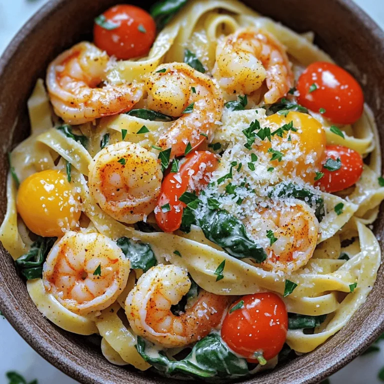 - Fettuccine-Nudeln - Garnelen - Cajun-Gewürz Die Fettuccine-Nudeln sind die Basis für dieses Gericht. Sie sind dick und gut für cremige Soßen. Die Garnelen bringen einen zarten Geschmack und eine tolle Textur. Cajun-Gewürz gibt dem Gericht die würzige Note. Es bringt Wärme und eine schöne Farbe in die Soße. - Olivenöl - Zwiebel und Knoblauch - Sahne und Gemüsebrühe Olivenöl ist ideal zum Anbraten der Zwiebeln und des Knoblauchs. Die Zwiebel macht die Soße süß und aromatisch. Knoblauch sorgt für einen kräftigen Geschmack. Sahne macht die Soße cremig und reichhaltig. Gemüsebrühe fügt Tiefe und Geschmack hinzu. - Cocktailtomaten - Spinat - Parmesan und Petersilie Cocktailtomaten bringen Frische und eine süße Note. Spinat ist gesund und macht das Gericht bunt. Parmesan gibt einen salzigen, umami Geschmack. Petersilie sorgt für einen schönen Farbkontrast. Diese Zutaten sind nicht nötig, aber sie machen das Gericht noch besser. Das gesamte Rezept für diese leckere Cremige Cajun Garnelen-Pasta findest du im [Full Recipe]. Koche die Fettuccine in einem großen Topf. Verwende viel Wasser und füge Salz hinzu. Bring das Wasser zum Kochen. Koche die Nudeln nach den Anweisungen auf der Verpackung. Sie sollten al dente sein. Danach gieße die Nudeln ab und stelle sie beiseite. Nimm die geschälten und entdarmten Garnelen. Lege sie in eine Schüssel. Füge das Cajun-Gewürz hinzu und mische alles gut. Achte darauf, dass die Garnelen gleichmäßig bedeckt sind. So bekommen sie viel Geschmack. Erhitze das Olivenöl in einer großen Pfanne bei mittlerer Hitze. Füge die gewürfelte Zwiebel hinzu und brate sie 3-4 Minuten lang. Sie sollte glasig werden. Danach gib den gehackten Knoblauch dazu. Brate ihn für 1-2 Minuten mit, bis er duftet. Lege die gewürzten Garnelen in die Pfanne. Koche sie für etwa 3-4 Minuten. Sie sind fertig, wenn sie rosa und undurchsichtig werden. Nimm die Garnelen dann aus der Pfanne und stelle sie beiseite. Gieße die Gemüsebrühe in die gleiche Pfanne. Lass sie sanft köcheln. Rühre dann die Sahne ein und lasse die Mischung 5 Minuten lang simmern. Dadurch wird die Sauce leicht dick. Füge die halbierten Cocktailtomaten und den frischen Spinat in die Sauce. Rühre alles gut um, bis der Spinat verwelkt ist. Gib dann die Garnelen zurück in die Pfanne. Vermenge alles gut. Jetzt kommen die abgetropften Fettuccine hinzu. Mische sie mit der cremigen Sauce. Schmecke alles mit Salz und Pfeffer ab. Für das vollständige Rezept kannst du die [Full Recipe] anschauen. Um perfekte Garnelen zu bekommen, achte auf die Garzeit. Garnelen sind schnell gar. Koche sie nur 3-4 Minuten. Sie sollten rosa und undurchsichtig sein. Zu langes Kochen macht sie gummiartig. Stelle sicher, dass sie gleichmäßig gewürzt sind. Nutze Cajun-Gewürz, um den Geschmack zu intensivieren. Die Sauce ist der Schlüssel zu diesem Gericht. Du kannst die Dicke der Sauce anpassen. Möchtest du eine dickere Sauce? Lass sie länger köcheln. Für eine dünnere Sauce füge etwas mehr Gemüsebrühe hinzu. Gewürze sind wichtig. Du kannst mit Paprika, Cayennepfeffer oder Knoblauchpulver spielen. So bekommst du den Geschmack, den du magst. Die Präsentation ist wichtig. Verwende große Schalen oder Teller. Löffle die Pasta in die Mitte. Streue frisch geriebenen Parmesan darüber. Füge gehackte Petersilie hinzu für Farbe. Du kannst auch ein paar ganze Garnelen oben drauf legen. Das sieht toll aus und macht die Mahlzeit einladend. Für noch mehr Geschmack, serviere mit einer Zitronenscheibe. So bleiben die Aromen frisch und lebendig. Für das vollständige Rezept, schau dir die vollständige Anleitung an: [Full Recipe]. {{image_4}} Für eine vegane Version der cremigen Cajun Garnelen-Pasta, können wir einige Zutaten ersetzen. Hier sind Alternativen, die du nutzen kannst: - Pasta: Verwende glutenfreie Nudeln oder Zucchini-Nudeln. - Garnelen: Ersetze die Garnelen mit gebratenem Tofu oder Jackfruit. - Sahne: Nutze Kokoscreme oder Cashewcreme für eine cremige Textur. - Gemüsebrühe: Achte darauf, dass die Brühe vegan ist. Diese Optionen bieten einen tollen Geschmack und eine ähnliche Textur wie das Original. Du wirst sehen, dass veganes Kochen einfach und lecker ist! Wenn du es schärfer magst, kannst du mehr Gewürze oder Chilis hinzufügen. Hier sind einige Ideen: - Cajun-Gewürz: Erhöhe die Menge auf zwei Esslöffel. - Frische Chilis: Füge geschnittene Jalapeños oder Serrano-Chilis hinzu. - Cayennepfeffer: Eine Prise kann die Hitze schnell steigern. Diese Anpassungen bringen mehr Kick in dein Gericht. Achte darauf, die Schärfe langsam zu steigern, um den perfekten Geschmack zu finden. Du kannst mit verschiedenen Pastasorten oder Getreidealternativen experimentieren. Hier sind einige Vorschläge: - Pasta: Verwende Penne, Spaghetti oder sogar Vollkornnudeln. - Getreide: Quinoa oder Couscous sind tolle Alternativen. - Glutenfreie Optionen: Zucchini-Nudeln oder Linsen-Pasta sind gesund und lecker. Diese Variationen sorgen für Abwechslung in deinem Essen. Probiere verschiedene Kombinationen, um deinen Favoriten zu finden. Für die vollständigen Schritte und Mengenangaben, sieh dir das [Full Recipe] an! Um deine Reste von der Cremigen Cajun Garnelen-Pasta frisch zu halten, lagere sie in einem luftdichten Behälter. Stelle sicher, dass die Pasta abgekühlt ist, bevor du sie in den Kühlschrank stellst. So bleibt der Geschmack erhalten. Du kannst die Reste bis zu drei Tage im Kühlschrank aufbewahren. Wenn du die Pasta länger aufbewahren willst, ist das Einfrieren eine gute Option. Teile die Pasta in Portionen und lege sie in gefriergeeignete Behälter oder Beutel. Achte darauf, die Luft so gut wie möglich herauszudrücken. So bleibt die Pasta frisch. Zum Wiederaufwärmen kannst du die Pasta einfach im Kühlschrank über Nacht auftauen. Erhitze sie dann in einer Pfanne bei schwacher Hitze oder in der Mikrowelle. Die Haltbarkeit der Cremigen Cajun Garnelen-Pasta hängt von der Lagerung ab. Im Kühlschrank hält sie sich bis zu drei Tage. Im Gefrierfach kannst du sie bis zu drei Monate aufbewahren. Achte darauf, die Pasta gut zu verpacken, um Gefrierbrand zu vermeiden. Um eine tolle Cajun-Sauce zu machen, beginne mit frischen Zutaten. Du brauchst Gemüsebrühe und Sahne. Das Cajun-Gewürz ist der Star der Sauce. Hier sind einige Tipps für die perfekte Sauce: - Wähle hochwertiges Cajun-Gewürz: Das macht den Unterschied. - Vermeide zu viel Hitze: Lasse die Sauce sanft köcheln, um den Geschmack zu entwickeln. - Füge frische Kräuter hinzu: Petersilie oder Schnittlauch bringen Frische. Ja, du kannst Garnelen durch Hähnchen ersetzen. Hähnchenbrust ist eine gute Wahl. Die Zubereitung bleibt ähnlich. Stelle sicher, dass das Hähnchen gut gewürzt ist. Koche es, bis es durch ist. So bleibt es saftig und lecker. Die Schärfe kannst du leicht anpassen. Wenn du es milder magst, verwende weniger Cajun-Gewürz. Du kannst auch milde Paprika hinzufügen. Für mehr Schärfe füge Cayennepfeffer oder frische Chilis hinzu. Probiere es aus und finde deinen perfekten Geschmack. Ja, viele Marken bieten glutenfreie Pasta an. Schau nach Fettuccine aus Reis oder Mais. Diese Alternativen sind lecker und gut verdaulich. Du findest sie in den meisten Supermärkten. Achte auf die Verpackung für die besten Optionen. Das Rezept ergibt vier Portionen. Es ist perfekt für ein kleines Abendessen oder ein Familientreffen. Wenn du mehr Leute hast, verdopple einfach die Zutaten. So hast du genug für alle. Das macht es einfach, eine große Gruppe zu bewirten. Für das vollständige Rezept, schau hier: [Full Recipe]. Fettuccine mit Garnelen ist ein einfaches Gericht mit vielen Varianten. Wir haben die Hauptzutaten, die Zubereitung und hilfreiche Tipps betrachtet. Du kannst die Garnelen perfekt würzen und die Sauce nach deinem Geschmack anpassen. Vergiss nicht, deine Reste gut aufzubewahren. Mit ein paar einfachen Tricks machst du dein Gericht noch besser. Probiere die veganen oder scharfen Optionen aus, um Abwechslung zu schaffen. So kannst du immer wieder neue Geschmackserlebnisse genießen.