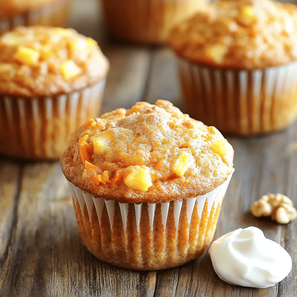 Für gesunde Karottenkuchen Muffins brauchen Sie: - 1 Tasse Vollkornmehl - 1 Teelöffel Natron - 1 Teelöffel Backpulver - 1 Teelöffel Zimt - 1/4 Teelöffel Muskatnuss - 1/4 Teelöffel Salz - 1/4 Tasse Honig oder Ahornsirup - 1/2 Tasse ungesüßtes Apfelmus - 2 große Eier - 1 Teelöffel Vanilleextrakt - 1 1/2 Tassen geriebene Karotten (ca. 3 mittelgroße Karotten) - 1/2 Tasse zerdrückte Ananas, abgetropft - 1/4 Tasse gehackte Walnüsse (optional) - 1/4 Tasse Rosinen (optional) Diese Zutaten geben den Muffins ihre süße und saftige Textur. Wenn Sie bestimmte Diätbedürfnisse haben, können Sie einige Zutaten ersetzen: - Verwenden Sie glutenfreies Mehl anstelle von Vollkornmehl für eine glutenfreie Option. - Ersetzen Sie Eier durch Chia-Eier für vegane Muffins. - Statt Honig können Sie Agavendicksaft verwenden, um den Zuckergehalt zu senken. Diese Alternativen machen die Muffins für viele Diäten geeignet. Die Zutaten in diesen Muffins sind nicht nur lecker, sondern auch gesund: - Vollkornmehl: Bietet Ballaststoffe, die die Verdauung fördern. - Karotten: Sind reich an Vitamin A und Antioxidantien, gut für die Augen. - Apfelmus: Macht die Muffins feucht und hat weniger Zucker als Öl. - Walnüsse: Bieten gesunde Fette und Omega-3-Fettsäuren. Jede Zutat trägt zur Nährstoffdichte der Muffins bei und macht sie zu einer guten Wahl für Snacks oder Frühstück. Die Vorbereitungszeit für die gesunden Karottenkuchen Muffins beträgt nur 15 Minuten. Das ist schnell und einfach. Die Backzeit liegt zwischen 18 und 22 Minuten. In dieser Zeit wird das Aroma sich im ganzen Haus verbreiten. 1. Heize deinen Ofen auf 175°C vor. Lege eine Muffinform mit Papierförmchen aus. 2. Mische in einer großen Schüssel das Vollkornmehl, Natron, Backpulver, Zimt, Muskatnuss und Salz. Rühre gut um, damit alles gleichmäßig wird. 3. In einer zweiten Schüssel vermenge Honig (oder Ahornsirup), Apfelmus, Eier und Vanilleextrakt mit einem Schneebesen. Rühre, bis die Mischung glatt ist. 4. Gieße die flüssige Mischung zu den trockenen Zutaten. Rühre vorsichtig, bis alles gerade so vermischt ist. Zu viel Rühren macht die Muffins zäh. 5. Hebe die geriebenen Karotten, die zerdrückte Ananas, die Walnüsse (wenn verwendet) und die Rosinen (wenn verwendet) unter den Teig. Achte darauf, dass alles gleichmäßig verteilt ist. 6. Verteile den Teig gleichmäßig in die Muffinform. Fülle jedes Fach zu etwa drei Vierteln. 7. Backe die Muffins 18-22 Minuten lang. Prüfe mit einem Zahnstocher, ob sie fertig sind. Der Zahnstocher sollte sauber herauskommen. 8. Nimm die Muffins aus dem Ofen und lasse sie 5 Minuten in der Form abkühlen. Danach lege sie auf ein Kuchengitter, um vollständig abzukühlen. Um gleichmäßiges Backen zu erreichen, achte darauf, dass alle Zutaten Zimmertemperatur haben. Das sorgt für eine bessere Textur. Verteile den Teig gleichmäßig in der Form. So backen die Muffins gleichmäßig. Stelle sicher, dass dein Ofen richtig kalibriert ist, um die Backzeit zu optimieren. Diese Schritte helfen dir, perfekte Muffins zu backen. Wenn du die Anleitung befolgst, wirst du köstliche, gesunde Karottenkuchen Muffins genießen! Du kannst das gesamte Rezept für mehr Details hier finden: [Full Recipe]. Um die Muffins saftig zu halten, nutze ungesüßtes Apfelmus. Es gibt Feuchtigkeit und süßen Geschmack. Eine zusätzliche Banane kann den Teig ebenfalls auflockern. Auch Joghurt kann helfen, die Muffins feucht zu machen. Wenn du magst, füge etwas mehr Honig oder Sirup hinzu, um die Süße zu erhöhen. Ein häufiger Fehler ist, zu viel zu rühren. Das kann die Muffins zäh machen. Mische die trockenen und feuchten Zutaten nur, bis sie verbunden sind. Achte auch darauf, dass die Backzeit stimmt. Überbackene Muffins werden trocken. Überprüfe sie regelmäßig, beginnend nach 18 Minuten. Um den Geschmack der Muffins zu erhöhen, füge Gewürze hinzu. Zimt und Muskatnuss sind großartige Optionen. Du kannst auch etwas Zitronenschale hinzufügen. Das bringt Frische und Tiefe. Probiere, gehackte Nüsse oder Trockenfrüchte zu integrieren. Diese Zutaten geben zusätzliche Textur und Geschmack. Wenn du mehr über das Rezept erfahren möchtest, schau dir die vollständige Anleitung in der [Full Recipe] an. {{image_4}} Wenn Sie vegane Karottenkuchen Muffins machen möchten, gibt es einfache Anpassungen. Ersetzen Sie die Eier durch einen Chia- oder Leinsamen-Ersatz. Mischen Sie einfach 1 Esslöffel Chiasamen oder Leinsamen mit 3 Esslöffeln Wasser. Lassen Sie es einige Minuten quellen, bis es gelartig wird. Verwenden Sie statt Honig Agavendicksaft oder einen anderen pflanzlichen Süßstoff. Diese kleinen Änderungen bringen das gleiche köstliche Ergebnis. Für glutenfreie Muffins können Sie das Vollkornmehl durch eine glutenfreie Mehlmischung ersetzen. Achten Sie darauf, eine Mischung zu wählen, die Xanthan oder Guarkernmehl enthält. Diese Zutaten helfen, die Struktur zu halten. Viele Menschen lieben es, Hafermehl zu verwenden. Es hat einen tollen Geschmack und ist sehr nahrhaft. So erhalten Sie trotzdem eine schöne Textur. Sie können die Muffins nach Ihrem Geschmack anpassen. Fügen Sie Nüsse, wie Mandeln oder Pecannüsse, hinzu, um mehr Biss zu bekommen. Andere Optionen sind Kokosraspeln für einen tropischen Flair oder Schokoladenstückchen für eine süße Note. Wenn Sie Frucht mögen, probieren Sie getrocknete Cranberries oder frische Heidelbeeren. Diese Zutaten machen die Muffins noch interessanter und leckerer. Für das vollständige Rezept schauen Sie sich die gesunde Karottenkuchen Muffins an. Um die Muffins frisch zu halten, lege sie in einen luftdichten Behälter. Diese Methode schützt die Muffins vor Trockenheit. Du kannst auch ein Stück Brot in den Behälter legen. Das Brot hilft, die Feuchtigkeit zu bewahren. Wenn die Muffins abgekühlt sind, kannst du sie leicht in Folie wickeln. So bleiben sie länger frisch. Im Kühlschrank halten sich die Muffins bis zu einer Woche. Stelle sicher, dass der Behälter gut verschlossen ist. Wenn du die Muffins länger aufbewahren möchtest, friere sie ein. Im Gefrierschrank bleiben sie bis zu drei Monate frisch. Am besten legst du die Muffins in einen Gefrierbeutel und drückst die Luft heraus. Um die Muffins wieder aufzuwärmen, nimm sie aus dem Kühlschrank oder Gefrierfach. Vor dem Erwärmen lasse sie kurz stehen, damit sie Raumtemperatur erreichen. Du kannst sie dann in der Mikrowelle für 15 bis 30 Sekunden erwärmen. Achte darauf, nicht zu lange zu erhitzen. So bleiben sie weich und lecker. Wenn die Muffins gefroren sind, erhitze sie für eine Minute in der Mikrowelle. Genieße sie warm, vielleicht mit etwas frischem Joghurt oder einem Hauch Zimtzucker. Gesunde Karottenkuchen Muffins bleiben frisch, wenn Sie sie richtig lagern. Bewahren Sie sie in einem luftdichten Behälter auf. So halten sie sich bis zu einer Woche im Kühlschrank. Wenn Sie sie länger aufbewahren möchten, können Sie die Muffins einfrieren. In einem Gefrierbeutel bleiben sie bis zu drei Monate lecker. Lassen Sie sie einfach bei Raumtemperatur auftauen, wenn Sie bereit sind, sie zu genießen. Ja, Sie können Apfelmus durch andere fruchtige Optionen ersetzen. Zerdrückte Bananen sind eine beliebte Wahl. Sie bringen auch natürliche Süße und Feuchtigkeit. Joghurt ist eine weitere gute Alternative. Es macht die Muffins cremig und lecker. Experimentieren Sie mit verschiedenen Früchten, um neue Geschmackskombinationen zu entdecken. Um die Muffins gesünder zu machen, können Sie einige einfache Anpassungen vornehmen. Verwenden Sie weniger Honig oder Sirup, um den Zucker zu reduzieren. Fügen Sie mehr geriebene Karotten oder andere Gemüse hinzu. Das steigert den Nährstoffgehalt. Sie können auch die Walnüsse oder Rosinen weglassen, um die Kalorien zu senken. Für zusätzliche Ballaststoffe wählen Sie Haferflocken statt Mehl. So bleiben die Muffins gesund und nahrhaft. Für das vollständige Rezept schauen Sie sich die Gesunde Karottenkuchen Muffins an. Zusammenfassend haben wir die wichtigsten Zutaten für gesunde Karottenkuchen Muffins erkundet. Wir haben verschiedene Optionen für spezielle Diäten betrachtet. Auch Tipps zur Zubereitung waren wichtig, um perfekte Muffins zu backen. Verwenden Sie unsere Tricks für mehr Feuchtigkeit und Geschmack. Denken Sie an die Variationen, um jedem Muffin einen neuen Twist zu geben. Entscheiden Sie, wie Sie die Muffins am besten aufbewahren, damit sie frisch bleiben. Mit diesen Tipps gelingen Ihnen köstliche Muffins, die gesund sind. Viel Spaß beim Ausprobieren!