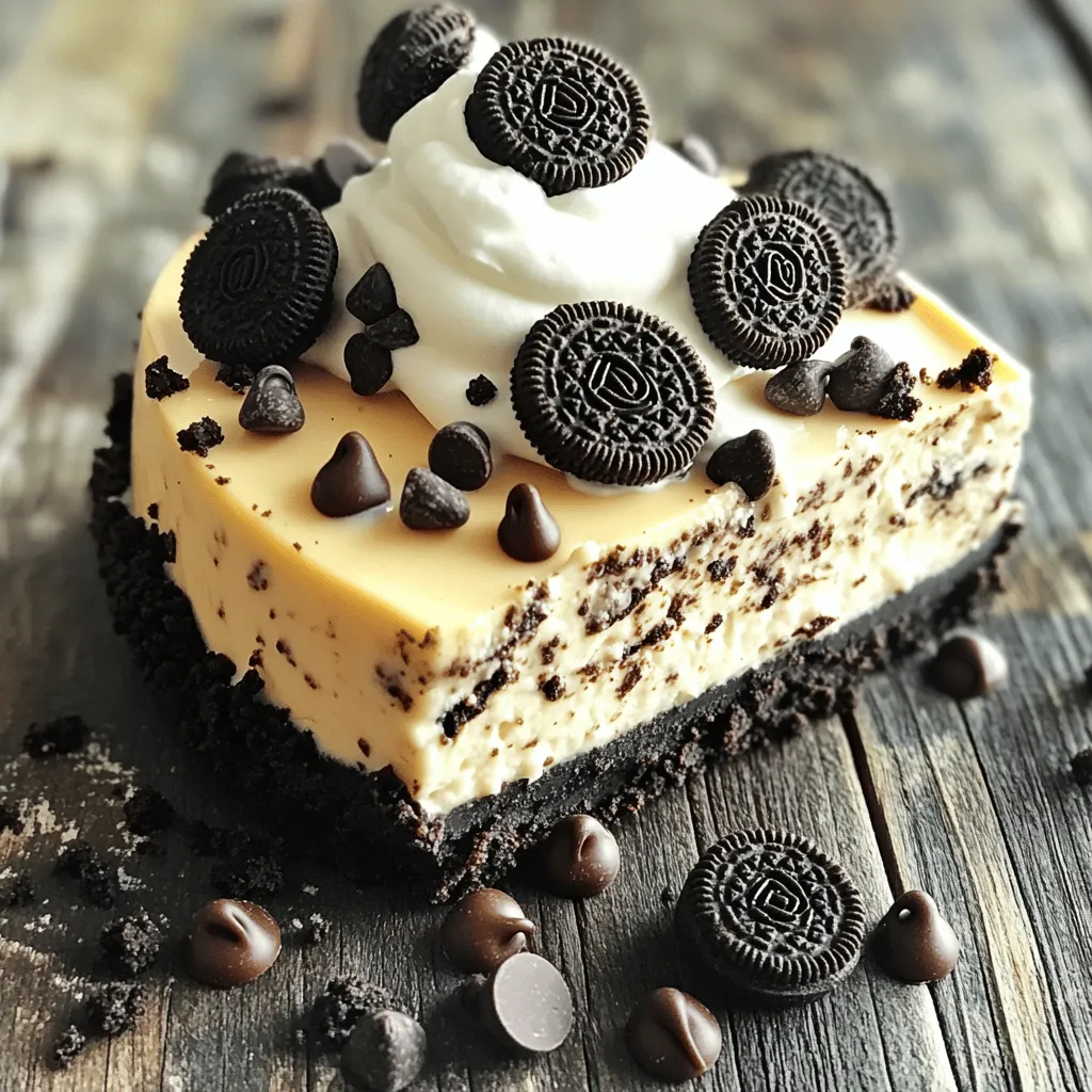 Für diesen köstlichen No Bake Oreo Cheesecake brauchen Sie: - 24 Oreo-Kekse (plus weitere für die Dekoration) - 4 Esslöffel ungesalzene Butter, geschmolzen - 450 g Frischkäse, auf Zimmertemperatur - 1 Tasse Puderzucker - 1 Teelöffel Vanilleextrakt - 240 ml Schlagsahne - 120 g Schokoladenstücke (optional zur Garnierung) Diese Zutaten sind einfach zu finden. Die Oreos sind das Herzstück und geben dem Käsekuchen seinen besonderen Geschmack. Um diesen Käsekuchen zuzubereiten, benötigen Sie einige spezielle Utensilien: - Eine Küchenmaschine oder einen Zerkleinerer - Eine große Rührschüssel - Ein Handmixer oder eine Küchenmaschine zum Schlagen - Eine 23 cm (9 Zoll) Springform - Ein Spatel zum Glätten der Füllung - Frischhaltefolie Mit diesen Utensilien gelingt Ihnen der Käsekuchen ganz leicht. Achten Sie darauf, alles bereit zu haben, bevor Sie starten. Die Wahl der richtigen Oreos kann den Geschmack des Käsekuchens stark beeinflussen. Hier sind meine Tipps: - Wählen Sie frische Oreos. Überprüfen Sie das Haltbarkeitsdatum. - Probieren Sie verschiedene Sorten wie die klassische oder die Double Stuff. - Denken Sie an saisonale Geschmacksrichtungen wie Peppermint oder Pumpkin Spice für einen einzigartigen Twist. Die besten Oreos machen diesen Käsekuchen noch leckerer. Machen Sie Ihre Wahl und genießen Sie das Backen! Um die Keks-Kruste zu machen, brauchst du 24 Oreo-Kekse. Zerkleinere diese in einer Küchenmaschine. Sie sollten eine sandige Konsistenz erreichen. Gib die zerdrückten Kekse in eine Schüssel. Füge 4 Esslöffel geschmolzene Butter hinzu. Vermische alles gut, bis die Keksmasse gleichmäßig wird. Drücke die Keksmasse gleichmäßig auf den Boden einer 23 cm Springform. Nutze die Rückseite eines Messbechers, um die Masse fest anzudrücken. Stelle die Form in den Kühlschrank, während du die Füllung zubereitest. Für die Füllung benötigst du 450 g Frischkäse. Stelle sicher, dass der Frischkäse Zimmertemperatur hat. Rühre den Frischkäse in einer großen Schüssel glatt. Füge nach und nach 1 Tasse Puderzucker und 1 Teelöffel Vanilleextrakt hinzu. Mische alles gut, bis die Masse cremig ist. In einer anderen Schüssel schlage 240 ml Schlagsahne, bis sich weiche Spitzen bilden. Hebe die geschlagene Sahne vorsichtig unter die Frischkäsemischung. Achte darauf, dass alles gut vermischt und fluffig wird. Schneide einige zusätzliche Oreos in kleine Stücke und hebe sie unter die Füllung. Jetzt ist es Zeit, den Käsekuchen zusammenzusetzen. Gieße die Käsekuchenfüllung auf die vorbereitete Keks-Kruste. Glätte die Oberfläche mit einem Spatel. Klopfe die Form leicht auf die Arbeitsplatte, um Luftblasen zu entfernen. Bedecke den Käsekuchen mit Frischhaltefolie. Stelle ihn für mindestens 4 Stunden in den Kühlschrank, damit er fest wird. Nach dem Kühlen kannst du den Käsekuchen vorsichtig aus der Springform lösen. Garniere die Oberseite mit zerbröselten Oreos und streue Schokoladenstücke darüber, wenn du magst. Schneide ihn in Stücke und serviere ihn gut gekühlt. Für das komplette Rezept, schau dir [Full Recipe] an. Ein häufiges Problem ist eine zu weiche Kruste. Wenn die Kruste nicht fest genug ist, bricht der Käsekuchen. Achten Sie darauf, die Keksmasse fest und gleichmäßig in der Form zu drücken. Lassen Sie die Kruste auch im Kühlschrank fest werden, bevor Sie die Füllung hinzufügen. Ein weiterer Fehler ist die Übermischung der Füllung. Wenn Sie die Schlagsahne unterheben, arbeiten Sie vorsichtig. Übermischung kann die Luft in der Sahne zerstören und die Textur verändern. Die perfekte Textur entsteht durch die richtige Mischung der Zutaten. Nutzen Sie zimmerwarm Frischkäse, damit keine Klumpen entstehen. Schlagen Sie die Sahne nur bis weiche Spitzen erscheinen. Diese Schritte sorgen für eine luftige und cremige Füllung. Zusätzlich können Sie die Füllung mit kleinen Oreo-Stücken auflockern. Diese geben nicht nur Textur, sondern auch einen extra Keks-Geschmack. Für eine schöne Präsentation schneiden Sie den Käsekuchen in gleichmäßige Stücke. Legen Sie die Stücke auf individuelle Teller. Garniert mit Schlagsahne und einem Mini-Oreo oben drauf, sieht das alles sehr einladend aus. Ein weiterer Tipp: Verwenden Sie einen warmen Messer, um saubere Schnitte zu machen. Tauchen Sie das Messer in heißes Wasser, wischen Sie es dann trocken und schneiden Sie. So bleibt alles schön und frisch. Für mehr Details und die vollständige Anleitung werfen Sie einen Blick auf das Full Recipe. {{image_4}} Um einen glutenfreien No Bake Oreo Cheesecake zu machen, wählen Sie glutenfreie Oreos. Viele Marken bieten sie an. Sie schmecken ähnlich und sorgen für den gleichen Genuss. Verwenden Sie auch glutenfreie Butter, um sicherzugehen. Die Zubereitung bleibt gleich. Das Ergebnis ist einfach lecker und für alle geeignet. Für eine vegane Version ersetzen Sie den Frischkäse. Verwenden Sie stattdessen Cashew-Creme oder Kokosnuss-Joghurt. Diese Alternativen geben einen cremigen Geschmack. Ersetzen Sie die Schlagsahne durch Kokosnusscreme oder pflanzliche Sahne. Achten Sie darauf, dass auch die Oreos vegan sind. Diese Optionen sind einfach und schmackhaft. Experimentieren Sie mit verschiedenen Geschmäckern. Fügen Sie verschiedene Kekse hinzu. Probieren Sie Schokoladenkekse oder sogar Nusskekse. Sie können auch Früchte wie Himbeeren oder Erdbeeren hinzufügen. Mischen Sie sie in die Füllung für frische Aromen. Jede Kombination kann den Käsekuchen einzigartig machen. Teilen Sie Ihre Kreationen mit Freunden und Familie für noch mehr Freude. Um den No Bake Oreo Cheesecake frisch zu halten, muss er gut verpackt werden. Ich empfehle, ihn in Frischhaltefolie einzuwickeln. So bleibt der Käsekuchen saftig und verliert nicht seinen Geschmack. Sie können ihn auch in einem luftdichten Behälter aufbewahren. Das schützt ihn vor Gerüchen im Kühlschrank. Lagern Sie den Käsekuchen immer im Kühlschrank. Bei Raumtemperatur kann er schnell verderben. Wenn Sie den Käsekuchen länger aufbewahren möchten, können Sie ihn auch einfrieren. Schneiden Sie ihn in Portionen. Wickeln Sie jede Portion in Frischhaltefolie und legen Sie sie in einen Gefrierbeutel. So haben Sie immer einen leckeren Snack parat. Im Kühlschrank bleibt der Käsekuchen etwa 5 bis 7 Tage frisch. Wenn Sie ihn einfrieren, hält er bis zu 2 Monate. Denken Sie daran, ihn vor dem Servieren über Nacht im Kühlschrank auftauen zu lassen. So wird er wieder zart und lecker. Der No Bake Oreo Cheesecake muss mindestens 4 Stunden kühlen. So wird er fest und lässt sich leicht schneiden. Ich empfehle, ihn über Nacht im Kühlschrank zu lassen. Das sorgt für den besten Geschmack und die beste Textur. Wenn du es eilig hast, kannst du auch 4 Stunden warten. Ja, du kannst andere Kekse verwenden. Oreo-Kekse sind perfekt, aber probiere auch andere Sorten. Schokoladenkekse oder Keks mit Karamell könnten gut passen. Achte darauf, dass die Kekse nicht zu weich sind. So bleibt der Boden stabil. Das macht den Käsekuchen auch spannend und abwechslungsreich. Wenn der Käsekuchen zu fest ist, gibt es einen einfachen Trick. Lass ihn einfach eine Weile bei Raumtemperatur stehen. Nach etwa 15 bis 20 Minuten wird er weicher. Du kannst auch einen Löffel heißes Wasser verwenden, um die Klinge eines Messers zu erwärmen. So lässt sich der Käsekuchen leichter schneiden. Jetzt hast du alles, was du für deinen No Bake Oreo Cheesecake brauchst. Du weißt, welche Zutaten und Utensilien wichtig sind. Die Schritt-für-Schritt-Anleitungen helfen dir, Fehler zu vermeiden und die perfekte Textur zu erzielen. Außerdem hast du einige leckere Varianten gelernt. Achte bei der Lagerung auf die richtigen Methoden, damit dein Käsekuchen frisch bleibt. Mit diesen Tipps wird dein Dessert zum Star auf jedem Tisch. Übe und experimentiere, um deine eigenen Geschmäcker zu entdecken. Viel Spaß beim Backen!