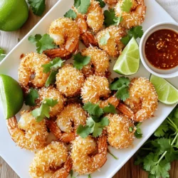 - 450 g große, geschälte und entdarmte Garnelen - 120 g Weizenmehl - 240 g geraspelte Kokosnuss (gesüßt oder ungesüßt) - 120 g Panko-Semmelbrösel - 2 große Eier, verquirlt - 1 Teelöffel Knoblauchpulver - 1 Teelöffel Paprika - Salz und Pfeffer nach Geschmack - Kochspray oder Olivenölspray Diese Zutaten sind einfach zu finden und ergeben eine köstliche Kombination. Die Garnelen geben dem Gericht eine saftige Basis. Das Weizenmehl hilft, die Panade zu halten. Die geraspelte Kokosnuss sorgt für den typischen Geschmack. Panko-Semmelbrösel machen die Garnelen extra knusprig. Die Gewürze bringen den perfekten Kick. Ein wenig Kochspray sorgt dafür, dass alles im Airfryer gut gelingt. Wenn du die vollständige Rezeptanleitung suchst, schau dir das Rezept "Crispy Air Fryer Kokosnuss-Garnelen" an. Um zu starten, heize deinen Airfryer auf 200 °C vor. Dies sorgt dafür, dass deine Garnelen gleichmäßig garen. Während der Airfryer vorheizt, stelle alle Zutaten zusammen. Du benötigst große Garnelen, Weizenmehl, Eier, Kokosnuss und Panko-Semmelbrösel. Alles sollte bereitstehen, um die Zubereitung schnell und einfach zu machen. Jetzt ist es Zeit, die Panade vorzubereiten. Nimm eine flache Schüssel und mische das Weizenmehl mit Salz, Pfeffer, Knoblauchpulver und Paprika. Dies wird dein gewürztes Mehl. In einer anderen Schüssel verquirle die Eier. In einer dritten Schüssel vermenge die geraspelte Kokosnuss mit den Panko-Semmelbröseln. Diese Mischung gibt den Garnelen den tollen Crunch. Jetzt panieren wir die Garnelen. Nimm eine Garnele und tauche sie zuerst in das gewürzte Mehl. Stelle sicher, dass sie gleichmäßig bedeckt ist. Klopfe überschüssiges Mehl ab. Als nächstes tauche die Garnelen in die verquirlten Eier. Lass das überschüssige Ei abtropfen. Schließlich wälze die Garnelen in der Kokosnuss-Panko-Mischung. Drücke leicht, damit die Panade gut haftet. Sprühe den Korb des Airfryers leicht mit Kochspray ein, um ein Ankleben zu verhindern. Lege die panierten Garnelen in einer einzigen Schicht in den Korb. Achte darauf, dass sie sich nicht berühren. Frittiere die Garnelen für 8-10 Minuten. Wende sie einmal in der Mitte. Garniere sie, bis sie goldbraun und knusprig sind. Wenn du die Garnelen herausnimmst, lass sie kurz abkühlen, bevor du sie servierst. Um die beste Panade zu bekommen, drücke die Kokosnussmischung fest an. Dies hilft, dass die Panade gut haftet. Frische Zutaten machen den Unterschied. Verwende frische Garnelen und hochwertige Kokosnuss. So erreichst du den besten Geschmack. Um ein Ankleben zu vermeiden, sprühe den Korb leicht mit Kochspray ein. Lege die Garnelen in einer einzigen Schicht hinein. Achte darauf, dass sie sich nicht berühren. Frittiere sie bei 200 °C für 8-10 Minuten. Wende sie einmal zur Mitte der Garzeit. Serviere die Garnelen mit süßer Chilisauce oder Mangosalsa. Diese Dips passen perfekt dazu. Garniere die Garnelen mit frischem Koriander oder Limettenschnitzen. So sieht das Gericht ansprechend aus und schmeckt noch besser. {{image_4}} Für die Panade deiner Garnelen kannst du kreativ werden. Du musst nicht immer Panko-Semmelbrösel verwenden. Hier sind einige tolle Alternativen: - Kokosflocken: Verwende zusätzliche Kokosflocken für mehr Geschmack. - Cornflakes: Zerkleinerte Cornflakes geben einen knusprigen Biss. - Mandeln: Gemahlene Mandeln sorgen für eine nussige Note. Du kannst auch Gewürze oder Kräuter hinzufügen, um noch mehr Geschmack zu bekommen: - Kräuter: Frische Kräuter wie Petersilie oder Dill passen gut. - Gewürze: Experimentiere mit Curry oder Cajun-Gewürzen für einen anderen Geschmack. Wenn du keine Garnelen magst, gibt es viele leckere Alternativen. Du kannst auch Fisch oder Hähnchen verwenden: - Fischfilets: Probiere Lachs oder Kabeljau für eine andere Textur. - Hähnchenbrust: Hähnchenstücke sind einfach zu panieren und schmecken köstlich. Für eine vegetarische Option kannst du Gemüse verwenden. Zucchini oder Auberginen sind großartige Alternativen zur Panade: - Gemüse: Schneide sie in Sticks und paniere sie wie die Garnelen. Serviere die Garnelen mit passenden Beilagen. Hier sind einige Ideen, die gut dazu passen: - Reisgerichte: Ein einfacher Jasminreis ist perfekt als Beilage. - Salate: Ein frischer grüner Salat bringt Farbe und Frische. Wenn du Fingerfood magst, sind hier einige Snacks: - Gemüsesticks: Karotten oder Sellerie mit Dips sind einfach und lecker. - Nachos: Serviere die Garnelen mit Nachos und Salsa für einen tollen Snack. Mit diesen Variationen wird dein Gericht noch aufregender. Du kannst die knusprigen Garnelen auf viele Arten genießen! Wie lange sind sie haltbar? Gekochte Kokosnuss-Garnelen bleiben bis zu drei Tage frisch. Lagere sie im Kühlschrank. Beste Aufbewahrungsmethoden Verpacke die Garnelen in einem luftdichten Behälter. So bleiben sie länger knackig und lecker. Du kannst sie auch in Frischhaltefolie wickeln. Tipps zum erneuten Aufwärmen im Airfryer Um die Garnelen im Airfryer aufzuwärmen, stelle die Temperatur auf 180 °C. Frittiere sie für 3 bis 5 Minuten. So bleiben sie schön knusprig. Mikrowelle vs. Ofen: Vor- und Nachteile Die Mikrowelle erwärmt schnell, macht die Garnelen aber weich. Der Ofen braucht mehr Zeit, sorgt aber für bessere Knusprigkeit. Ich empfehle den Airfryer für das beste Ergebnis. Die Zubereitung von Kokosnuss-Garnelen dauert etwa 15 Minuten. Du bereitest die Zutaten in dieser Zeit vor. Das Frittieren im Airfryer braucht 8 bis 10 Minuten. Insgesamt benötigst du also nur 25 Minuten für das gesamte Gericht. Ja, du kannst die Garnelen im Voraus zubereiten. Um sie frisch zu halten, lege die panierten Garnelen auf ein Backblech. Decke sie mit Frischhaltefolie ab und stelle sie für bis zu 24 Stunden in den Kühlschrank. So bleibt die Panade knusprig. Wenn du keine Garnelen magst oder eine Alternative suchst, nimm Hähnchenbrust oder Tofu. Diese Optionen sind lecker und passen gut zur Panade. Du kannst auch Zucchini oder Auberginen verwenden, um eine vegetarische Version zu machen. Ja, du kannst eine glutenfreie Version machen. Ersetze das Weizenmehl durch Reismehl oder Mandelmehl. Verwende glutenfreie Panko-Semmelbrösel für die Panade. So bleibt das Gericht für alle diätetischen Bedürfnisse geeignet. Du findest die vollständige Anleitung in dem Rezept "Crispy Air Fryer Kokosnuss-Garnelen". Dort sind alle Schritte und Tipps enthalten, um deine Garnelen perfekt zuzubereiten. Die Zubereitung köstlicher Kokosnuss-Garnelen im Airfryer ist einfach und macht Spaß. Wir haben die Hauptzutaten wie Garnelen und Panade besprochen und die Schritte für die perfekte Panade erklärt. Tipps für knusprige Garnelen und leckere Beilagen rundeten den Artikel ab. Mit diesen Tricks und Variationen kannst du kreativ werden. Probiere verschiedene Zutaten aus und finde deinen Lieblingsgeschmack. Ob für ein Fest oder ein einfaches Abendessen, diese Garnelen werden immer ein Hit sein. Viel Spaß beim Kochen!