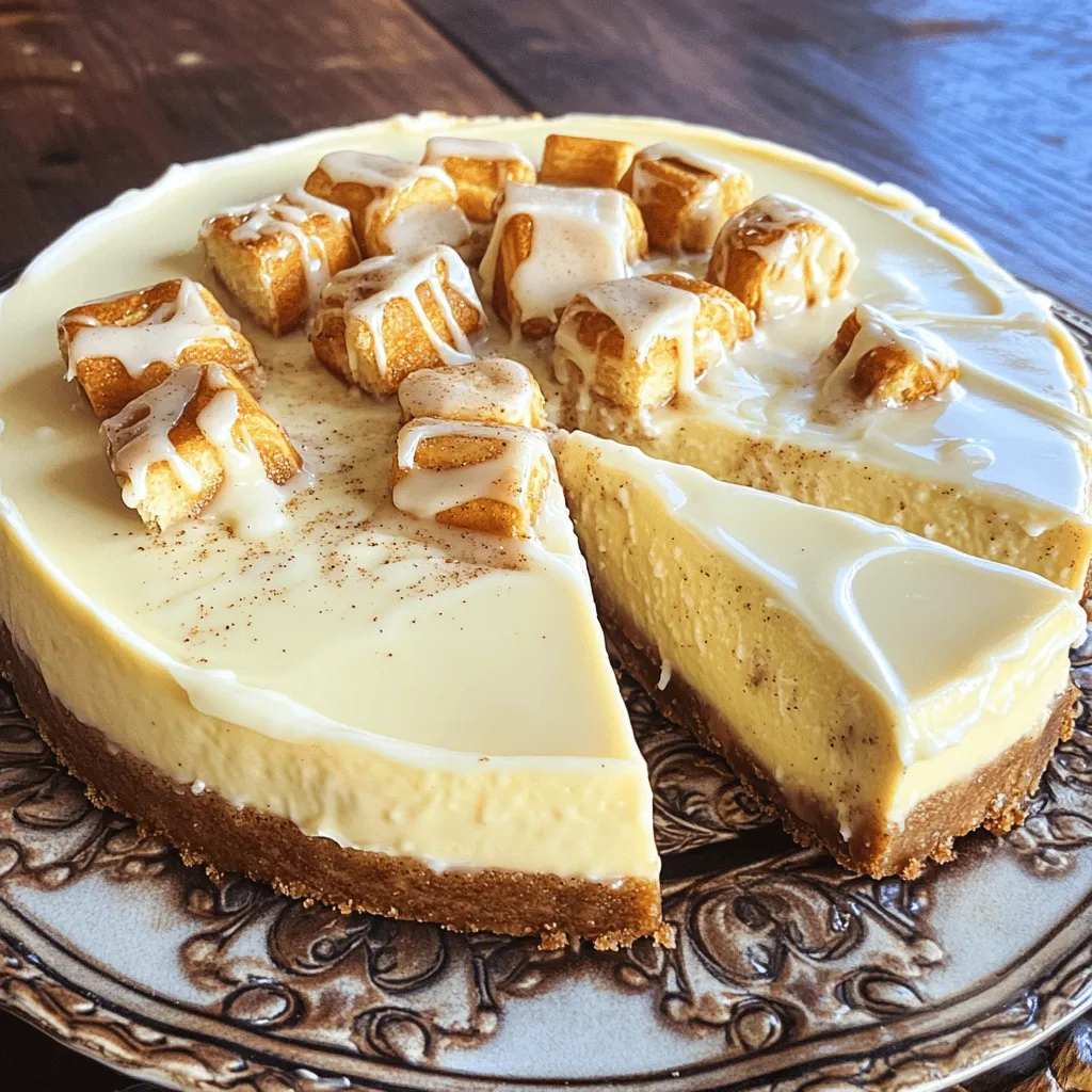 Für den Zimtschnecken-Käsekuchen brauche ich einige wichtige Zutaten. Diese sind: - 1 Paket (225 g) Frischkäse, weich gemacht - 240 g saure Sahne - 200 g Zucker - 2 große Eier - 1 Teelöffel Vanilleextrakt - 1 Teelöffel gemahlener Zimt - 1 Packung fertiger Zimtschnecken-Teig (mit Zuckerguss) Diese Zutaten sorgen für die cremige Füllung und den köstlichen Zimtgeschmack. Der Frischkäse und die saure Sahne geben dem Käsekuchen eine tolle Textur. Der Boden braucht auch ein paar Zutaten. Ich verwende: - 100 g Graham-Cracker-Brösel - 60 g ungesalzene Butter, geschmolzen - 50 g brauner Zucker Diese Zutaten ergeben eine knusprige und süße Kruste. Sie harmonieren gut mit der Füllung und sorgen für ein perfektes Geschmackserlebnis. Es gibt einige Punkte, die ich beachten sollte: - Frischkäse: Er sollte gut weich sein. So lässt er sich leichter mischen. - Graham-Cracker-Brösel: Diese sorgen für die richtige Konsistenz. Wenn ich keine finde, kann ich auch andere Kekse verwenden. - Zimtschnecken-Teig: Ich empfehle, einen hochwertigen Teig zu verwenden. So wird der Käsekuchen besonders lecker. Mit diesen Zutaten bin ich bereit, einen köstlichen Zimtschnecken-Käsekuchen zuzubereiten. Den ganzen Prozess kann ich im [Full Recipe] nachlesen. Heize den Ofen auf 175°C vor. Fette eine 23 cm große Springform gut ein. Dies sorgt dafür, dass der Käsekuchen später leicht herauskommt. Achte darauf, dass die Form ganz sauber ist, damit der Käsekuchen gleichmäßig backt. Um den Boden zu machen, nimm eine große Schüssel. Vermenge 100 g Graham-Cracker-Brösel, 60 g geschmolzene Butter und 50 g braunen Zucker. Mische alles gut, bis die Mischung feucht und sandig aussieht. Drücke diese Mischung fest auf den Boden der Springform. Achte darauf, dass der Boden gleichmäßig dick ist. So bleibt er stabil. Nimm eine große Schüssel und gebe 225 g weichen Frischkäse hinein. Rühre den Frischkäse glatt. Füge 240 g saure Sahne, 200 g Zucker, 2 große Eier, 1 Teelöffel Vanilleextrakt und 1 Teelöffel gemahlenen Zimt hinzu. Mische alles, bis die Füllung cremig und gut vermengt ist. Jetzt kommt der spannende Teil! Gieße die Hälfte der Käsekuchenmasse über den Boden. Streue dann die Hälfte der viertelierten Zimtschnecken gleichmäßig darauf. Gieße die restliche Käsekuchenmasse darüber und belege sie mit den restlichen Zimtschneckenstücken. Stelle die Springform in den Ofen und backe den Käsekuchen 50-60 Minuten. Die Ränder sollten fest sein, aber die Mitte darf noch leicht wobbelig sein. Lass den Käsekuchen nach dem Backen eine Stunde abkühlen. Danach kühle ihn für mindestens 4 Stunden im Kühlschrank. Vor dem Servieren träufle das beiseite gestellte Zuckerguss gleichmäßig über die Oberfläche. Mit dieser Schritt-für-Schritt-Anleitung wird dein Zimtschnecken-Käsekuchen köstlich und einfach zubereitet! Um die perfekte Käsekuchenkonsistenz zu erreichen, achten Sie darauf, alle Zutaten gut zu mischen. Rühren Sie den Frischkäse zuerst glatt, bevor Sie die anderen Zutaten hinzufügen. Dies hilft, Klumpen zu vermeiden. Verwenden Sie Raumtemperatur-Zutaten. Kälte kann die Mischung verhärten. Ein häufiger Fehler ist, den Käsekuchen zu lange zu backen. Achten Sie darauf, dass die Ränder fest sind, aber die Mitte leicht wobbelig bleibt. Lassen Sie den Käsekuchen nach dem Backen im Ofen abkühlen. Dies verhindert Risse in der Oberfläche. Für eine schöne Präsentation schneiden Sie den Käsekuchen in gleichmäßige Stücke. Servieren Sie ihn auf einem dekorativen Teller. Ein bisschen Zimt oder ein Klecks Schlagsahne macht das Ganze noch schöner. Nutzen Sie das Zuckerguss, um einen glänzenden Akzent zu setzen. Dies macht den Käsekuchen noch ansprechender. Für das vollständige Rezept schauen Sie sich den [Full Recipe] an. {{image_4}} Wenn du eine vegane Version des Zimtschnecken-Käsekuchens machen möchtest, gibt es einfache Alternativen. Du kannst den Frischkäse durch veganen Frischkäse ersetzen. Viele Marken bieten tolle Optionen, die cremig sind. Für die saure Sahne kannst du ungesüßte Kokosmilch oder Cashewcreme verwenden. Diese Zutaten geben dem Käsekuchen die nötige Textur und Geschmack. Es macht Spaß, den Käsekuchen mit verschiedenen Zutaten zu variieren. Du kannst frische Früchte wie Himbeeren oder Äpfel hinzufügen. Schneide sie klein und streue sie zwischen die Schichten. Nüsse sind auch eine tolle Idee! Walnüsse oder Pekannüsse bringen einen knackigen Biss. Mische sie grob gehackt in die Füllung, um zusätzlichen Geschmack und Textur zu bekommen. Mini-Käsekuchen sind perfekt für Partys oder als kleine Leckerei. Du kannst die gleiche Rezeptur verwenden, aber in kleinen Muffinformen backen. Achte darauf, die Backzeit zu reduzieren. Mini-Käsekuchen sind schnell fertig und sehen hübsch aus. Du kannst sie auch leicht mit verschiedenen Toppings anpassen. Probiere verschiedene Füllungen oder Dekorationen, um sie einzigartig zu machen. Für das vollständige Rezept besuche die Seite [Full Recipe]. Um deinen Zimtschnecken-Käsekuchen frisch zu halten, lagere ihn im Kühlschrank. Lege ihn in eine luftdichte Box. Dadurch bleibt er saftig und lecker. Wenn du keinen Behälter hast, decke ihn gut mit Frischhaltefolie ab. Achte darauf, die Oberfläche nicht zu zerkratzen. So bleibt der Zuckerguss schön. Im Kühlschrank hält sich der Käsekuchen bis zu fünf Tage. Wenn du ihn länger aufbewahren möchtest, friere ihn ein. Wickele ihn dazu zuerst in Frischhaltefolie und dann in Alufolie. Im Gefrierfach bleibt er bis zu drei Monate frisch. Achte darauf, ihn nach dem Einfrieren richtig zu beschriften. Um den Käsekuchen wieder aufzuwärmen, lasse ihn zuerst bei Raumtemperatur stehen. So wird er gleichmäßiger warm. Du kannst ihn auch im Ofen bei 150°C für 10 bis 15 Minuten aufwärmen. Vermeide die Mikrowelle, da diese ihn trocken machen kann. Ein warmer Käsekuchen schmeckt am besten mit einem Hauch Zimt oder einem Klecks Sahne. Es dauert insgesamt etwa 5 Stunden, um den Zimtschnecken-Käsekuchen zuzubereiten. Die Vorbereitungszeit ist etwa 20 Minuten. Das Backen selbst dauert zwischen 50 und 60 Minuten. Danach braucht der Käsekuchen Zeit zum Abkühlen. Lassen Sie ihn mindestens 4 Stunden im Kühlschrank ruhen. So wird er schön fest und lecker. Ja, Sie können den Zimtschnecken-Käsekuchen im Voraus machen. Dieser Käsekuchen schmeckt sogar besser, wenn er etwas Zeit hat, um durchzuziehen. Bereiten Sie ihn einfach am Vortag vor und kühlen Sie ihn über Nacht. So können die Aromen gut miteinander verschmelzen. Am nächsten Tag ist er perfekt zum Servieren. Um die besten Zutaten für den Zimtschnecken-Käsekuchen zu finden, besuchen Sie lokale Märkte oder Supermärkte. Suchen Sie nach frischem Frischkäse und hochwertiger saurer Sahne. Achten Sie darauf, dass die Zimtschnecken frisch sind. Wenn Sie Wert auf Qualität legen, probieren Sie auch Bio-Zutaten. Diese machen den Käsekuchen noch besser. Für eine vollständige Anleitung und Details zu den Zutaten sehen Sie sich das [Full Recipe](#) an. Der Zimtschnecken-Käsekuchen ist ein Genuss für alle. Wir haben die Hauptzutaten und ihre spezielle Anwendung besprochen. Die Schritt-für-Schritt-Anleitung hilft dir, ihn perfekt zuzubereiten. Ich gab dir nützliche Tipps, um häufige Fehler zu vermeiden. Auch Variationen, wie vegane Alternativen, kommen nicht zu kurz. Denke daran, wie wichtig die richtige Lagerung ist, um den Käsekuchen frisch zu halten. Mit all diesen Informationen kannst du deinen Zimtschnecken-Käsekuchen leicht machen und genießen. Viel Spaß beim Backen!