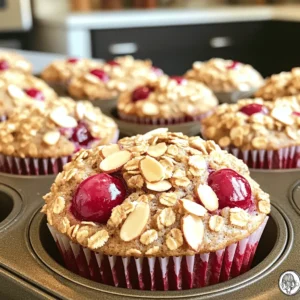 Die Basis für diese Muffins sind die Hauptzutaten. Hier ist eine Liste: - 1 Tasse Weizenmehl - 1/2 Tasse Haferflocken - 1/2 Tasse Granola (mit Nüssen und Samen) - 1/2 Tasse brauner Zucker - 1/2 Teelöffel Natron - 1 Teelöffel Backpulver - 1/2 Teelöffel Salz - 1/2 Teelöffel gemahlener Zimt - 1 großes Ei - 1/4 Tasse Mandelmilch (oder andere Milch nach Wahl) - 1/4 Tasse Pflanzenöl - 1 Teelöffel Vanilleextrakt - 1 Tasse frische oder gefrorene Kirschen, entsteint und halbiert - 1/2 Tasse Mandelscheiben (zum Bestreuen) Diese Zutaten sorgen für den leckeren Geschmack und die perfekte Konsistenz der Muffins. Du kannst diese Muffins anpassen. Hier sind einige Ideen: - Glutenfreies Mehl: Verwende glutenfreies Mehl anstelle von Weizenmehl. - Honig oder Ahornsirup: Ersetze den braunen Zucker durch Honig oder Ahornsirup für eine gesündere Variante. - Andere Früchte: Nutze Äpfel oder Beeren, wenn dir Kirschen nicht passen. - Nüsse: Füge Walnüsse oder Pekannüsse für mehr Crunch hinzu. Diese Alternativen machen das Rezept vielseitig und spannend. Achte darauf, frische Zutaten zu wählen. Hier sind meine Tipps: - Kirschen: Wähle reife, saftige Kirschen. Sie bringen den besten Geschmack. - Haferflocken: Nutze große, zarte Haferflocken für die beste Textur. - Granola: Wähle Granola mit wenig Zucker und vielen Nüssen oder Samen. - Milch: Mandelmilch ist leicht und lecker. Du kannst aber auch normale Milch verwenden. Die Qualität der Zutaten macht einen großen Unterschied im Geschmack deiner Muffins. Heize deinen Ofen auf 175°C (350°F) vor. Dies sorgt dafür, dass die Muffins gleichmäßig backen. Lege eine Muffinform mit Papierförmchen aus. Alternativ besprühe die Form mit Kochspray. So bleiben die Muffins nicht kleben und lassen sich leicht herausnehmen. In einer großen Schüssel vermischst du das Weizenmehl, die Haferflocken, das Granola und den braunen Zucker. Füge das Natron, das Backpulver, das Salz und den Zimt hinzu. Rühre alles gut um. Eine gleichmäßige Mischung ist wichtig für die Textur der Muffins. In einer separaten Schüssel schlägst du das Ei auf. Vermenge es mit der Mandelmilch, dem Pflanzenöl und dem Vanilleextrakt. Mische alles, bis die Mischung glatt ist. Gieße die feuchten Zutaten in die Schüssel mit den trockenen Zutaten. Rühre sanft, bis alles gerade vermischt ist. So bleiben die Muffins locker und zart. Hebe die halbierten Kirschen vorsichtig in den Teig. Verteile den Muffinteig gleichmäßig auf die vorbereiteten Muffinförmchen. Fülle jedes Förmchen etwa zu 2/3. Bestreue jeden Muffin mit Mandelscheiben. Backe die Muffins 18-20 Minuten. Sie sind fertig, wenn ein Zahnstocher sauber herauskommt. Lasse sie 5 Minuten in der Form abkühlen. Danach auf ein Kuchengitter übertragen, um sie vollständig abkühlen zu lassen. Für die vollständige Anleitung schau dir das [Full Recipe] an. Um deine Muffins locker und saftig zu machen, achte auf das Rühren. Rühre den Teig nur so lange, bis die Zutaten zusammenkommen. Zu viel Rühren macht die Muffins hart. Verwende frische Kirschen für mehr Saftigkeit. Wenn du gefrorene Kirschen verwendest, tau sie zuvor auf. Das gibt mehr Feuchtigkeit und Geschmack. Die Backzeit für diese Muffins liegt zwischen 18 und 20 Minuten. Ein Zahnstocher ist dein bester Freund. Stecke ihn in die Mitte eines Muffins. Wenn er sauber herauskommt, sind sie fertig. Lasse sie nicht zu lange backen, sonst werden sie trocken. Jeder Ofen kann unterschiedlich sein, also prüfe sie frühzeitig. Ein häufiger Fehler ist, die Muffins zu überfüllen. Fülle die Förmchen nur zu zwei Dritteln. Das sorgt für gleichmäßiges Aufgehen. Ein weiterer Fehler ist, die Muffins zu lange zu rühren. Halte das Rühren minimal. Zu viel Luft macht die Muffins dicht. Achte auch darauf, die richtigen Zutaten zu verwenden. Nutze frisches Weizenmehl für den besten Geschmack. Für die vollständige Anleitung mit den genauen Mengenangaben, schau dir das [Full Recipe] an. {{image_4}} Du kannst die Kirsche Mandel Granola Muffins ganz leicht abwandeln. Füge zum Beispiel Schokoladenstückchen hinzu, um einen süßen Akzent zu setzen. Wenn du es herzhaft magst, probiere etwas Käse wie Feta oder Parmesan. Für einen frischen Geschmack kannst du Zitrusfrüchte wie Orange oder Zitrone verwenden. Diese kleinen Änderungen bringen neue Aromen in dein Rezept. Die Zutaten sind sehr anpassbar. Statt Mandeln kannst du Walnüsse oder Pecannüsse verwenden. Trockenfrüchte wie Cranberries oder Aprikosen sind auch eine tolle Wahl. Du kannst auch Gewürze wie Muskatnuss oder Ingwer hinzufügen, um den Geschmack zu variieren. Experimentiere mit diesen Zutaten, um deinen perfekten Muffin zu finden. Möchtest du die Muffins vegan machen? Ersetze das Ei durch einen Esslöffel Leinsamenmehl und drei Esslöffel Wasser. Nutze pflanzliche Milch wie Hafer- oder Kokosmilch. Der Rest des Rezepts bleibt gleich. Diese einfachen Änderungen machen die Muffins lecker und vegan. So kannst du alle genießen! Um die Kirsche Mandel Granola Muffins frisch zu halten, lagere sie in einem luftdichten Behälter. Stelle sicher, dass sie vollständig abgekühlt sind, bevor du sie hineinlegst. So bleibt die Feuchtigkeit im Inneren und die Muffins trocknen nicht aus. Du kannst sie auch mit Frischhaltefolie einwickeln. Achte darauf, sie in einer kühlen, trockenen Umgebung aufzubewahren, um die Frische zu verlängern. Das Einfrieren ist eine tolle Möglichkeit, die Muffins länger haltbar zu machen. Lass die Muffins nach dem Backen vollständig abkühlen. Wickel jeden Muffin einzeln in Frischhaltefolie ein und lege sie in einen Gefrierbeutel. Achte darauf, die Luft herauszudrücken. So frieren die Muffins gleichmäßig ein. Du kannst sie bis zu drei Monate im Gefrierfach aufbewahren. Zum Auftauen lege sie einfach bei Raumtemperatur für etwa eine Stunde heraus. Die Kirsche Mandel Granola Muffins bleiben bei richtiger Lagerung etwa fünf Tage frisch. Wenn du sie im Kühlschrank lagerst, kannst du die Haltbarkeit auf bis zu sieben Tage verlängern. Achte darauf, die Muffins nicht in feuchten Umgebungen zu lagern, da dies Schimmel fördern kann. Für einen besonderen Genuss kannst du die Muffins leicht aufwärmen, bevor du sie servierst. So schmecken sie fast wie frisch gebacken. Kirsche Mandel Granola Muffins bleiben frisch für bis zu fünf Tage. Du solltest sie in einem luftdichten Behälter aufbewahren. Wenn du sie länger aufbewahren möchtest, friere sie ein. So bleiben sie bis zu drei Monate gut. Ja, du kannst gefrorene Kirschen verwenden. Achte darauf, sie vorher leicht abzutropfen. So wird der Teig nicht zu nass. Gefrorene Kirschen geben den Muffins einen tollen Geschmack. Lass die Muffins fünf Minuten in der Form abkühlen. Danach lege sie auf ein Kuchengitter. So können sie gleichmäßig abkühlen und bleiben fluffig. Zu lang in der Form kann sie matschig machen. Das Rezept ergibt zwölf leckere Muffins. Wenn du mehr brauchst, kannst du die Menge einfach verdoppeln. Die Zubereitungszeit bleibt gleich, egal wie viele du machst. Für die vollständige Anleitung schau dir das [Full Recipe] an. Kirsche Mandel Granola Muffins sind einfach und lecker. Wir haben die besten Zutaten für die Muffins besprochen, von den Hauptzutaten bis zu den Alternativen für unterschiedliche Geschmäcker. Die Schritt-für-Schritt-Anleitung hilft dir beim Backen. Denk daran, die Tipps und Tricks zu beachten, damit deine Muffins locker und saftig sind. Variationen wie vegane Alternativen bringen neuen Geschmack. Lagere die Muffins richtig, damit sie frisch bleiben. Diese Tipps und Informationen helfen dir, Kirsche Mandel Granola Muffins perfekt zu machen. Viel Spaß beim Backen!