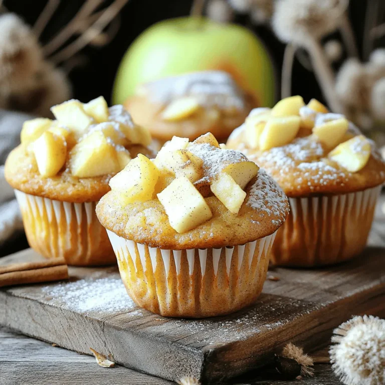 Um diese leckeren Muffins zuzubereiten, brauchst du folgende Zutaten: - 1 ½ Tassen Vollkornmehl - ½ Tasse Haferflocken - 1 Teelöffel Backpulver - ½ Teelöffel Natron - 1 Teelöffel gemahlener Zimt - ¼ Teelöffel Muskatnuss - ½ Teelöffel Salz - 2 große Äpfel, geschält, entkernt und gewürfelt - ½ Tasse ungesüßter Apfelmus - ½ Tasse Honig oder Ahornsirup - 2 große Eier - 1 Teelöffel Vanilleextrakt - ¼ Tasse Mandelmilch (oder eine Milch nach Wahl) - ¼ Tasse gehackte Walnüsse oder Pekannüsse (optional) Diese Zutaten arbeiten wunderbar zusammen. Sie bringen Geschmack und Textur in die Muffins. Vollkornmehl sorgt für Ballaststoffe. Haferflocken machen sie herzhaft und sättigend. Äpfel geben Frische. Zimt und Muskatnuss verleihen Wärme und Tiefe. Wenn du spezielle Ernährungsbedürfnisse hast, gibt es einige einfache Alternativen. - Verwende glutenfreies Mehl, um eine glutenfreie Option zu schaffen. - Ersetze Honig mit Agavendicksaft für Veganer. - Nimm statt Eiern Leinsamen oder Chiasamen. Mische 1 Esslöffel mit 2 Esslöffeln Wasser und lass es quellen. Diese Alternativen helfen dir, die Muffins nach deinem Geschmack anzupassen. So kommen alle in den Genuss dieser gesunden Leckerei. Jede Zutat hat ihre eigenen Nährstoffvorteile. Vollkornmehl bietet Ballaststoffe für eine gute Verdauung. Haferflocken senken den Cholesterinspiegel. Äpfel sind reich an Vitamin C und Antioxidantien. Sie fördern das Immunsystem und die Hautgesundheit. Zimt kann den Blutzuckerspiegel regulieren. Nüsse liefern gesunde Fette und Proteine. Sie halten dich länger satt. Diese gesunden Apfel-Zimt-Muffins sind nicht nur lecker, sondern auch nährstoffreich. Du kannst sie ohne schlechtes Gewissen genießen. Wenn du mehr über die Zubereitung erfahren möchtest, schau dir das Full Recipe an. Heize zuerst deinen Ofen auf 175°C vor. Das ist wichtig für das Backen. Lege dein Muffinblech mit Papierförmchen aus. Alternativ kannst du es mit Kochspray einsprühen. So bleiben die Muffins nicht kleben. Nimm eine große Schüssel und füge die trockenen Zutaten hinzu. Du brauchst 1 ½ Tassen Vollkornmehl, ½ Tasse Haferflocken, 1 Teelöffel Backpulver, ½ Teelöffel Natron, 1 Teelöffel gemahlenen Zimt, ¼ Teelöffel Muskatnuss und ½ Teelöffel Salz. Mische alles gut durch. So verteilen sich die Zutaten gleichmäßig. In einer anderen Schüssel bereitest du die feuchten Zutaten vor. Füge die gewürfelten Äpfel, ½ Tasse ungesüßten Apfelmus, ½ Tasse Honig oder Ahornsirup, 2 Eier, 1 Teelöffel Vanilleextrakt und ¼ Tasse Mandelmilch hinzu. Verquirle alles gründlich. Achte darauf, dass keine Klumpen bleiben. Jetzt kommt der spannende Teil. Füge die feuchten Zutaten langsam zu den trockenen Zutaten hinzu. Rühre nur so lange, bis alles gerade vermischt ist. Zu viel Rühren macht die Muffins hart. Wenn du magst, kannst du auch ¼ Tasse gehackte Walnüsse oder Pekannüsse unterheben. Teile den Teig gleichmäßig auf die Muffinförmchen auf. Fülle sie zu etwa ¾ voll. Backe die Muffins 18-20 Minuten. Sie sind fertig, wenn ein Zahnstocher sauber herauskommt. Lass sie 5 Minuten im Blech abkühlen, bevor du sie auf ein Kuchengitter legst. Für die vollständige Anleitung schaue dir das Rezept an: [Full Recipe]. Die richtige Backzeit und Temperatur sind wichtig. Ich empfehle, den Ofen auf 175°C vorzuheizen. Backe die Muffins für 18-20 Minuten. Um sicherzustellen, dass sie gut durchgebacken sind, benutze einen Zahnstocher. Wenn er sauber herauskommt, sind die Muffins fertig. Ein häufiger Fehler ist, zu lange zu rühren. Das kann die Muffins trocken machen. Mische die trockenen und feuchten Zutaten nur, bis sie gerade so verbunden sind. Achte darauf, die Muffinform nicht zu überfüllen. Fülle die Förmchen nur zu ¾ voll, damit die Muffins genug Platz zum Wachsen haben. Um die Muffins saftig zu halten, verwende ungesüßten Apfelmus. Er sorgt für Feuchtigkeit und süßen Geschmack. Auch die Äpfel selbst tragen dazu bei. Mische sie gut unter den Teig. Du kannst auch etwas mehr Zimt hinzufügen, um den Geschmack zu intensivieren. Probiere, die Muffins warm zu servieren. Ein Klecks griechischer Joghurt passt perfekt dazu und macht sie noch köstlicher. Schau dir das [Full Recipe] an, um alles Schritt für Schritt nachzukochen. {{image_4}} Manchmal möchte ich die Standardmuffins aufpeppen. Schokoladenstückchen sind eine tolle Option. Sie schmelzen beim Backen und geben einen süßen Geschmack. Trockenfrüchte wie Rosinen oder Cranberries passen auch gut. Diese Zusätze bringen mehr Textur und Geschmack in die Muffins. Für alle, die glutenfrei leben, gibt es gute Alternativen. Du kannst das Vollkornmehl durch glutenfreies Mehl ersetzen. Viele Marken bieten Mischungen an, die gut funktionieren. Achte darauf, dass du auch glutenfreies Backpulver verwendest. So bleiben die Muffins fluffig und lecker. Wenn du vegan kochen möchtest, gibt es einfache Optionen. Du kannst die Eier durch Apfelmus oder Leinsamen ersetzen. Ein Esslöffel Leinsamen mit drei Esslöffeln Wasser ergibt ein Ei. Für die Milch kannst du Mandelmilch oder Sojamilch verwenden. Diese Alternativen sind gesund und geschmackvoll. Für das vollständige Rezept, schau bitte in die [Full Recipe]. Um die gesunden Apfel-Zimt-Muffins frisch zu halten, sollten Sie sie in einem luftdichten Behälter aufbewahren. Wickeln Sie sie mit Frischhaltefolie ein oder legen Sie sie in einen Plastikbeutel. So bleiben sie weich und lecker. Achten Sie darauf, dass die Muffins vollständig abgekühlt sind, bevor Sie sie lagern. Dadurch verhindern Sie, dass sich Feuchtigkeit bildet. Die Muffins halten sich auf der Theke etwa 3 bis 4 Tage. Lagern Sie sie an einem kühlen, trockenen Ort. Wenn Sie die Muffins im Kühlschrank aufbewahren, verlängern Sie die Haltbarkeit auf bis zu eine Woche. Beachten Sie, dass Kühlschranklagerung die Muffins etwas trockener macht. Wenn Sie die Muffins für längere Zeit aufbewahren möchten, können Sie sie einfrieren. Wickeln Sie jede Muffin einzeln in Frischhaltefolie. Legen Sie sie dann in einen Gefrierbeutel. So bleiben sie bis zu 3 Monate frisch. Zum Auftauen legen Sie die Muffins einfach für ein paar Stunden bei Raumtemperatur auf die Theke. Alternativ können Sie sie kurz in der Mikrowelle erwärmen. Diese Aufbewahrungshinweise helfen Ihnen, die gesunden Apfel-Zimt-Muffins frisch und köstlich zu genießen. Wenn Sie mehr über das Rezept erfahren möchten, schauen Sie sich das [Full Recipe] an. Die Muffins bleiben frisch, wenn Sie sie in einem luftdichten Behälter aufbewahren. Bei Raumtemperatur halten sie sich etwa 3 bis 5 Tage. Wenn Sie sie länger aufbewahren möchten, legen Sie sie in den Kühlschrank. Dort bleiben sie bis zu einer Woche genießbar. Um die Frische zu verlängern, können Sie die Muffins auch einfrieren. In einem Gefrierbeutel halten sie sich bis zu 3 Monate. Ja, Sie können die Muffins ohne Zucker zubereiten. Nutzen Sie stattdessen reife Bananen oder mehr Apfelmus. Diese Optionen geben Süße, ohne zusätzlichen Zucker hinzuzufügen. Achten Sie darauf, den Honig oder Sirup zu reduzieren, um die Süße auszubalancieren. So bleiben die Muffins gesund und lecker. Zu den Muffins passen viele leckere Beilagen. Ein Klecks griechischer Joghurt bringt Cremigkeit und zusätzlichen Geschmack. Auch etwas Honig oder Marmelade kann gut dazu schmecken. Für ein besonderes Frühstück bieten sich frische Früchte an, wie Beeren oder Bananen. Diese Kombinationen machen die Muffins noch köstlicher und nahrhafter. Ja, die Muffins lassen sich wunderbar in Mini-Form backen. Füllen Sie die Mini-Muffinförmchen nur zur Hälfte, da sie aufgehen. Die Backzeit reduziert sich auf etwa 10 bis 12 Minuten. Überprüfen Sie mit einem Zahnstocher, ob sie durchgebacken sind. Diese Mini-Muffins sind perfekt für Snacks oder Kindergeburtstage! Erfahren Sie mehr in der [Full Recipe]. Zusammenfassend haben wir die Zutaten, Zubereitung und Variationen der gesunden Apfel-Zimt-Muffins besprochen. Wir haben wichtige Tipps für perfektes Backen gegeben und erklärt, wie man die Muffins richtig aufbewahrt. Diese Muffins sind vielseitig und passen zu verschiedenen Ernährungsbedürfnissen. Experimentieren Sie mit Zusätzen und genießen Sie die Aromen! Mit den richtigen Tipps können Sie saftige Muffins zaubern, die jeder liebt. Viel Spaß beim Backen und Genießen Ihrer selbstgemachten Muffins!
