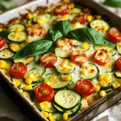 Für den Zucchini und Mais Auflauf brauchen Sie frische und einfache Zutaten. Hier ist eine Liste: - 3 mittelgroße Zucchinis, dünn geschnitten - 2 Tassen frische Maiskörner (oder gefrorene) - 1 Tasse Kirschtomaten, halbiert - 1 mittelgroße Zwiebel, gewürfelt - 2 Knoblauchzehen, fein gehackt - 1 Tasse geriebener Mozzarella-Käse - 1 Tasse Ricotta-Käse - 1 großes Ei - 1 Teelöffel getrockneter Oregano - 1 Teelöffel Paprika - Salz und Pfeffer nach Geschmack - 1 Esslöffel Olivenöl - Frische Basilikumblätter zum Garnieren Diese Zutaten bringen Farbe und Geschmack in Ihr Gericht. Sie kombinieren sich gut und bieten eine tolle Textur. Für meinen Auflauf wähle ich am liebsten mittelgroße Zucchinis. Diese sind frisch und knackig. Achten Sie darauf, dass die Zucchinis fest sind und eine glänzende Haut haben. Vermeiden Sie große Zucchinis, da sie oft wässrig und weniger aromatisch sind. Bei den Maiskörnern können Sie frische oder gefrorene verwenden. Frische Maiskörner sind süß und knackig. Wenn Sie gefrorenen Mais nehmen, achten Sie darauf, dass er nicht matschig ist. Beide Optionen geben einen tollen Geschmack. Ich bevorzuge frischen Mais, wenn er in der Saison ist. Für das vollständige Rezept schauen Sie in die [Full Recipe]. Zuerst müssen wir alle Zutaten bereitstellen. Das macht den Kochprozess einfacher und schneller. Hier sind die Zutaten: - 3 mittelgroße Zucchinis, dünn geschnitten - 2 Tassen frische Maiskörner (oder gefrorene) - 1 Tasse Kirschtomaten, halbiert - 1 mittelgroße Zwiebel, gewürfelt - 2 Knoblauchzehen, fein gehackt - 1 Tasse geriebener Mozzarella-Käse - 1 Tasse Ricotta-Käse - 1 großes Ei - 1 Teelöffel getrockneter Oregano - 1 Teelöffel Paprika - Salz und Pfeffer nach Geschmack - 1 Esslöffel Olivenöl - Frische Basilikumblätter zum Garnieren Sobald die Zutaten bereit sind, heizen Sie den Ofen auf 190°C vor. Das ist wichtig, damit der Auflauf gleichmäßig gart. Jetzt kommt der spannende Teil. In einer großen Pfanne erhitzen Sie das Olivenöl bei mittlerer Hitze. Fügen Sie die gewürfelte Zwiebel hinzu und sautieren Sie sie. Warten Sie, bis die Zwiebel durchsichtig wird, das dauert etwa 3-4 Minuten. Geben Sie dann den gehackten Knoblauch und die geschnittenen Zucchinis in die Pfanne. Braten Sie alles für weitere 5 Minuten. Die Zucchinis werden zart, und der Geruch wird köstlich sein. Fügen Sie die frischen Maiskörner und die halbierten Kirschtomaten hinzu. Lassen Sie diese Mischung für 2 Minuten garen. Vergessen Sie nicht, mit Oregano, Paprika, Salz und Pfeffer zu würzen. Lassen Sie die Mischung dann abkühlen. In einer Rührschüssel mischen Sie den Ricotta-Käse, das Ei und die Hälfte des Mozzarella-Käses. Rühren Sie alles gut durch. Das sorgt für eine cremige Schicht. Fetten Sie eine Auflaufform ein. Beginnen Sie mit der Hälfte der Zucchini-Mais-Mischung. Verteilen Sie diese gleichmäßig auf dem Boden. Geben Sie dann die Hälfte der Ricotta-Mischung darüber. Wiederholen Sie die Schichtung. Beenden Sie mit dem restlichen Mozzarella-Käse obenauf. Decken Sie die Form mit Aluminiumfolie ab und backen Sie den Auflauf für 25 Minuten. Nach 25 Minuten entfernen Sie die Folie und backen es weitere 15 Minuten. Die Oberseite sollte goldbraun sein. Lassen Sie den Auflauf einige Minuten abkühlen, bevor Sie ihn mit frischem Basilikum garnieren. Für das vollständige Rezept schauen Sie bitte in die [Full Recipe]. Um den Zucchini und Corn Casserole noch leckerer zu machen, nutze frische Zutaten. Die Zucchini sollten fest und glänzend sein. Für mehr Geschmack füge frische Kräuter hinzu. Basilikum und Thymian passen gut dazu. Ein Spritzer Zitronensaft bringt Frische und hebt die Aromen hervor. Du kannst auch etwas scharfen Käse wie Pepper Jack verwenden. Das gibt dem Gericht einen tollen Kick. Ein häufiger Fehler ist, die Zucchini zu lange zu kochen. Sie sollten zart, aber nicht matschig sein. Achte darauf, die Zucchini gleichmäßig zu schneiden. Wenn die Stücke unterschiedlich groß sind, garen sie ungleichmäßig. Ein weiterer Fehler ist, die Mischung nicht genug zu würzen. Probiere die Mischung, bevor du sie in die Form gibst. So kannst du die Gewürze anpassen. Überschüssige Flüssigkeit kann auch ein Problem sein. Lass die Zucchini nach dem Schneiden etwas abtropfen. Um den Auflauf saftig zu halten, ist die richtige Schichtung wichtig. Beginne mit einer Schicht Gemüse, gefolgt von der Ricotta-Mischung. Das hält die Feuchtigkeit im Auflauf. Decke die Form mit Folie ab, während sie backt. Das hilft, die Feuchtigkeit zu bewahren. Nach dem ersten Backen entferne die Folie, damit die Oberseite schön knusprig wird. Lass den Auflauf vor dem Servieren einige Minuten ruhen. So verteilt sich die Feuchtigkeit gleichmäßig. Für das vollständige Rezept, schau dir das [Full Recipe] an. {{image_4}} Wenn du deinen Zucchini und Mais Auflauf aufpeppen möchtest, probiere andere Gemüsesorten. Paprika, Spinat oder Auberginen passen gut. Diese Gemüse bringen neue Farben und Aromen. Du kannst auch Karotten oder Brokkoli hinzufügen. So wird der Auflauf nicht nur bunter, sondern auch nahrhafter. Achte darauf, das Gemüse klein zu schneiden, damit es gleichmäßig gart. Das Rezept ist bereits vegetarisch, aber du kannst es auch glutenfrei machen. Verwende einfach glutenfreie Paniermehl oder lasse das Brot ganz weg. So bleibt der Auflauf leicht und lecker. Du kannst auch Gemüsebrühe anstelle von Wasser verwenden, um mehr Geschmack zu erhalten. Diese Variationen machen den Auflauf für jeden passend, egal welche Diät du befolgst. Der Käse ist ein wichtiger Teil des Geschmacks. Du kannst verschiedene Käsesorten ausprobieren. Feta-Käse gibt einen salzigen, würzigen Geschmack. Cheddar sorgt für eine herzhaftere Note. Für einen cremigen Effekt kannst du auch Frischkäse verwenden. Mische verschiedene Käsesorten, um einen einzigartigen Geschmack zu erzielen. Die Möglichkeiten sind endlos. Lass deiner Kreativität freien Lauf und finde deinen Lieblingsgeschmack! Stellen Sie sicher, dass der Auflauf vollständig abgekühlt ist. Das verhindert, dass sich Feuchtigkeit bildet. Nutzen Sie einen luftdichten Behälter oder wickeln Sie ihn gut mit Frischhaltefolie ein. So bleibt er frisch. Lagern Sie die Reste im Kühlschrank für bis zu drei Tage. Achten Sie darauf, den Auflauf nicht zu lange stehen zu lassen. Ja, der Zucchini und Mais Auflauf kann eingefroren werden. Lassen Sie ihn zuerst ganz abkühlen. Schneiden Sie ihn in Portionen für einfacheres Auftauen. Wickeln Sie jede Portion in Frischhaltefolie und dann in Alufolie. So bleibt die Qualität gut. Sie können ihn bis zu drei Monate im Gefrierfach aufbewahren. Beschriften Sie die Packungen mit dem Datum, damit Sie wissen, wann Sie ihn gemacht haben. Der beste Weg, den Auflauf aufzuwärmen, ist im Ofen. Heizen Sie den Ofen auf 180°C vor. Legen Sie den Auflauf in eine Auflaufform und decken Sie ihn mit Aluminiumfolie ab. So bleibt er saftig. Backen Sie ihn für 20 bis 25 Minuten. Überprüfen Sie, ob er gleichmäßig heiß ist. Für eine knusprige Oberseite können Sie die Folie in den letzten fünf Minuten entfernen. Alternativ können Sie ihn auch in der Mikrowelle aufwärmen. Nutzen Sie eine mikrowellengeeignete Schüssel und decken Sie sie leicht ab. Erwärmen Sie ihn in kurzen Intervallen, um ein Überhitzen zu vermeiden. Der Zucchini und Mais Auflauf bleibt bis zu fünf Tage im Kühlschrank frisch. Achten Sie darauf, ihn in einem luftdichten Behälter zu lagern. So schmeckt er auch nach ein paar Tagen noch gut. Wenn Sie die Reste aufbewahren, lassen Sie den Auflauf zuerst abkühlen, bevor Sie ihn abdecken. Ja, Sie können gefrorene Zucchini verwenden. Achten Sie darauf, sie vorher gut abzutropfen. Gefrorene Zucchini hat mehr Wasser und kann den Auflauf matschig machen. Daher ist es wichtig, das überschüssige Wasser zu entfernen. Verwenden Sie gefrorene Zucchini in den gleichen Mengen wie frische. Um den Auflauf vegan zu machen, ersetzen Sie die tierischen Produkte. Nutzen Sie pflanzlichen Käse anstelle von Mozzarella und Ricotta. Statt eines Eies können Sie Leinsamen oder Chiasamen verwenden. Mischen Sie einen Esslöffel Leinsamen mit drei Esslöffeln Wasser. Lassen Sie es fünf Minuten stehen, bis es gelartig wird. Verwenden Sie die Mischung als Ei-Ersatz. Diese Änderungen machen den Auflauf vegan und trotzdem lecker. Wenn Sie mehr über das Rezept erfahren möchten, sehen Sie sich das [Full Recipe] an. Der Zucchini und Mais Auflauf ist einfach und lecker. Wir haben die besten Zutaten, wie Zucchini und Mais, besprochen. Sie wissen jetzt, wie man die Masse richtig kocht und das Gericht perfekt schichtet. Tipps helfen Ihnen, Fehler zu vermeiden und den Auflauf saftig zu halten. Sie können auch mit verschiedenen Gemüsesorten und Käsevariationen spielen. Denken Sie daran, Reste richtig aufzubewahren. Gemeinsam machen wir das Kochen einfacher und schmackhafter! Viel Spaß beim Ausprobieren!