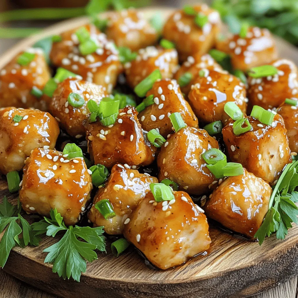 - Hähnchenbrustfilet - Honig und Sojasauce - Knoblauch und Ingwer Für die Honig-Knoblauch-Hühnchenbissen benötigst du einige einfache Zutaten. Beginne mit Hähnchenbrustfilet. Du kannst es in mundgerechte Stücke schneiden. Das Fleisch bleibt saftig und zart. Honig und Sojasauce geben den süßen und salzigen Geschmack. Diese Mischung macht das Gericht besonders lecker. Knoblauch und Ingwer sorgen für einen kräftigen, würzigen Kick. Du kannst frischen Ingwer reiben, um den besten Geschmack zu erzielen. - Rote Pfefferflocken - Sesamsamen und Frühlingszwiebeln Für einen kleinen Kick kannst du rote Pfefferflocken hinzufügen. Sie bringen etwas Wärme in das Gericht. Sesamsamen fügen einen nussigen Geschmack hinzu und machen das Essen noch schöner. Frühlingszwiebeln sind perfekt als Garnitur. Sie bringen Farbe und einen frischen Geschmack. Du kannst sie einfach über die Hühnchenbissen streuen, bevor du servierst. Wenn du mehr Abwechslung willst, schau dir das Full Recipe an. Um die Marinade zu machen, mische zuerst die folgenden Zutaten in einer Schüssel: - 60 ml Honig - 60 ml Sojasauce - 3 Knoblauchzehen, fein gehackt - 1 Esslöffel frischer Ingwer, gerieben - 1 Esslöffel Reisessig - 30 ml Sesamöl - 1/2 Teelöffel rote Pfefferflocken (wenn du es scharf magst) Rühre alles gut um. Stelle die Marinade für später beiseite. Jetzt bereite das Hähnchen vor. Nimm 450 g Hähnchenbrustfilet und schneide es in mundgerechte Stücke. Würze die Stücke mit Salz und Pfeffer, damit sie gut schmecken. Gieße die Hälfte der Marinade über das Hähnchen. Mische alles gut, sodass jedes Stück ein wenig Marinade hat. Decke die Schüssel ab und lege sie für mindestens 30 Minuten in den Kühlschrank. So wird das Hähnchen zart und lecker. Erhitze eine große Pfanne bei mittlerer bis hoher Hitze. Gib einen Schuss Sesamöl in die Pfanne, damit das Hähnchen nicht kleben bleibt. Wenn das Öl heiß ist, lege die marinierten Hähnchenstücke in die Pfanne. Achte darauf, dass die Stücke in einer Schicht liegen. Wenn es zu viele sind, brate sie in Portionen. Brate das Hähnchen 6-8 Minuten lang. Wende die Stücke zwischendurch, damit sie gleichmäßig garen. Wenn das Hähnchen goldbraun und durchgegart ist, gieße die restliche Marinade in die Pfanne. Lass sie für 2-3 Minuten kochen, bis die Sauce etwas dick wird. Nimm die Pfanne vom Herd. Serviere die Hühnchenbissen mit gehackten Frühlingszwiebeln und Sesamsamen. Diese Honig-Knoblauch-Hühnchenbissen sind nun bereit zum Genießen! Du kannst das gesamte Rezept [Full Recipe] für weitere Details verwenden. Um die besten Ergebnisse zu erzielen, wenden Sie die Hähnchenbissen regelmäßig. Ich empfehle, sie alle zwei bis drei Minuten zu drehen. So braten sie gleichmäßig und werden schön knusprig. Achten Sie darauf, dass die Pfanne heiß genug ist. Eine gute Temperatur sorgt für eine schöne Bräunung. Ein häufiger Fehler ist das Übermarinieren. Lassen Sie das Hähnchen nicht länger als zwei Stunden in der Marinade. Zu lang kann den Geschmack überdecken und das Fleisch zäh machen. Ein weiterer Fehler ist ungleichmäßiges Garen. Braten Sie das Hähnchen in einer einzigen Schicht. So garen die Stücke gleichmäßig und werden lecker. Mit diesen Tipps machen Sie die perfekten Honig-Knoblauch-Hühnchenbissen. Für das vollständige Rezept, schauen Sie sich die [Full Recipe] an. {{image_4}} Honig-Knoblauch-Bites in Tortillas sind eine tolle Idee. Du kannst die Hähnchenbissen in eine Tortilla legen. Das gibt dir einen neuen Snack. Nimm einfach eine Tortilla und fülle sie mit den warmen Hähnchenbissen. Du kannst auch etwas frisches Gemüse und Salsa hinzufügen. Das macht die Tortilla noch besser. Serviere das Ganze mit einer kleinen Schüssel Guacamole. So wird es noch frischer und leckerer. Wenn du eine vegetarische Option suchst, probiere Tofu oder Gemüse. Du kannst die Marinade genau wie im Rezept verwenden. Schneide den Tofu in kleine Stücke oder nehme dein Lieblingsgemüse. Brokkoli oder Paprika passen gut dazu. Die Zubereitung bleibt gleich. Brate das Gemüse oder den Tofu in der Pfanne. Das gibt dir einen tollen Geschmack. Diese Variante ist auch gesund und nahrhaft. Du kannst alle diese Varianten leicht anpassen. Sie machen das Essen spannend und lecker. Schau dir das [Full Recipe] an, um mehr zu erfahren. Um die Reste der Honig-Knoblauch-Hühnchenbissen frisch zu halten, lege sie in einen luftdichten Behälter. So bleiben sie saftig und lecker. Stelle den Behälter in den Kühlschrank. Dort halten sich die Reste bis zu drei Tage. Vor dem Essen einfach aufwärmen. Du kannst sie in der Mikrowelle oder in einer Pfanne erwärmen. Achte darauf, sie nicht zu lange zu erhitzen, damit sie nicht trocken werden. Wenn du die Hühnchenbissen länger aufbewahren möchtest, friere sie ein. Lasse die Reste zunächst vollständig abkühlen. Lege die Bissen dann in einen gefrierfesten Beutel. Drücke die Luft heraus, bevor du den Beutel schließt. So bleibt der Geschmack erhalten. Die Hühnchenbissen können bis zu drei Monate im Gefrierschrank bleiben. Um sie aufzutauen, lege sie einfach über Nacht in den Kühlschrank. Du kannst sie auch in der Mikrowelle auftauen. Achte darauf, sie gleich danach zu kochen. So bleibt die Qualität hoch. Die optimalen Lagerzeiten für Honig-Knoblauch-Hühnchenbissen sind wichtig. Diese Bissen halten sich gut im Kühlschrank. Du kannst sie dort bis zu drei Tage aufbewahren. Stelle sicher, dass du sie in einem luftdichten Behälter lagerst. So bleiben sie frisch. Wenn du sie länger aufbewahren möchtest, friere sie ein. Im Gefrierfach halten sie bis zu drei Monate. Ja, du kannst dieses Rezept perfekt für Meal Prep nutzen. Bereite die Hühnchenbissen im Voraus zu. Marinieren ist der Schlüssel! Du kannst die Marinade am Abend vorher machen. Lass das Hähnchen über Nacht im Kühlschrank marinieren. Das verbessert den Geschmack. Wenn du bereit bist zu essen, brate die Bissen einfach. So hast du ein schnelles und leckeres Gericht für die Woche. Es gibt viele tolle Beilagen, die gut dazu passen. Hier sind einige Vorschläge: - Dampfreis ist eine klassische Wahl. - Ein einfacher Salat bringt Frische. - Gebratenes Gemüse ist ebenfalls lecker. - Du kannst auch Tortillas verwenden, um Wraps zu machen. Diese Kombinationen machen dein Essen bunt und schmackhaft. Zusammenfassend haben wir die Hauptzutaten für das Honig-Knoblauch-Hähnchen besprochen. Du hast gelernt, wie du das Hähnchen marinierst und brätst. Wir haben auch Tipps gegeben, um häufige Fehler zu vermeiden. Variationen wie die vegetarische Option und die Tortilla-Sorte stehen dir offen. Vergiss nicht, die Reste richtig zu lagern und zu frieren. Ein einfaches, schmackhaftes Gericht, das du immer wieder genießen kannst. Genieß deine Kocherfahrung!