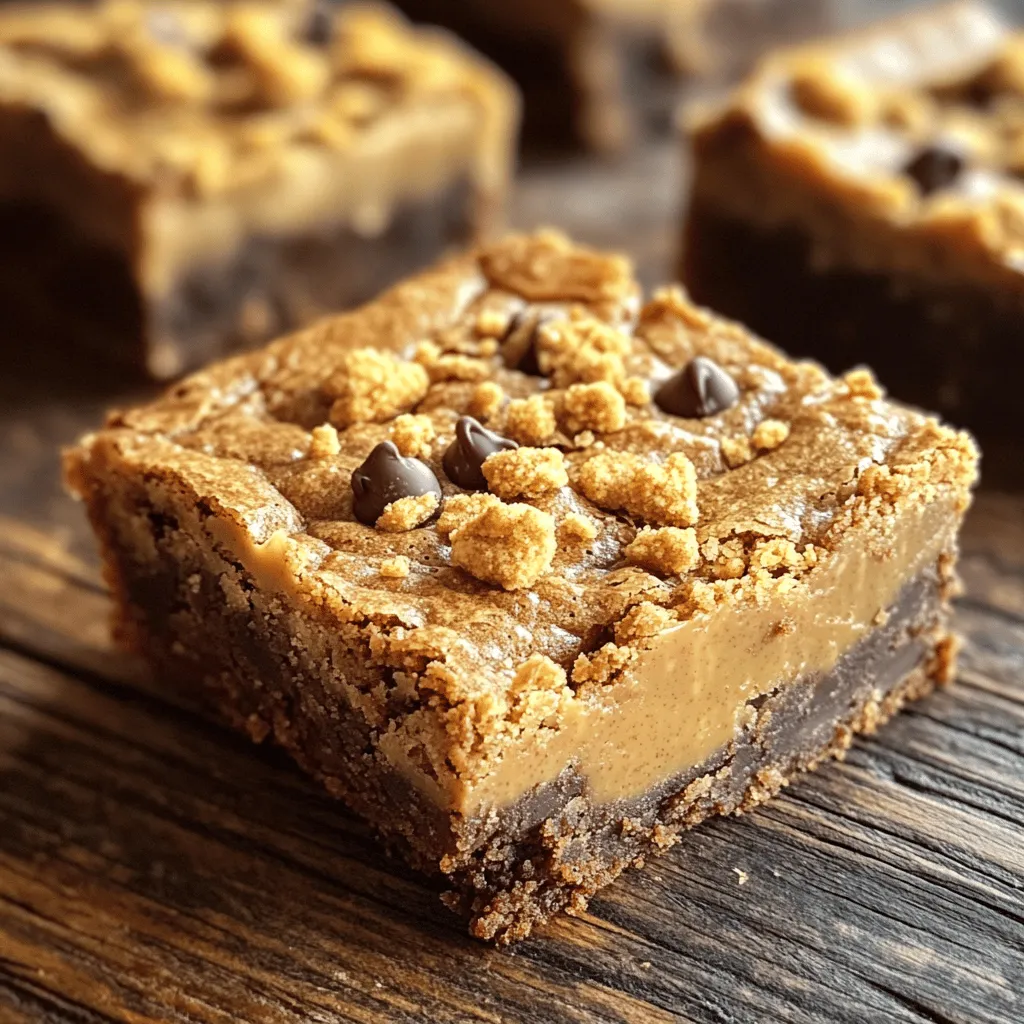 - Cookie Butter: 1 Tasse Cookie Butter wie Biscoff - Ungesalzene Butter: 1/2 Tasse, geschmolzen - Zucker: 1 Tasse brauner Zucker, fest gepackt und 1/4 Tasse Kristallzucker - Eier: 2 große Eier Die Hauptzutaten machen den Geschmack aus. Cookie Butter gibt dem Teig seine besondere Note. Die ungesalzene Butter sorgt für eine feuchte Konsistenz. Brauner Zucker bringt Süße und Tiefe. Kristallzucker hilft, die Blondies knusprig zu machen. Die Eier binden alles zusammen. - Weizenmehl: 1 1/2 Tassen - Backpulver: 1/2 Teelöffel - Salz: 1/4 Teelöffel - Schokoladen- oder Butterscotch-Stückchen: 1/2 Tasse (optional) - Zerbröselte Kekse: 1/4 Tasse zum Bestreuen (optional) Die trockenen Zutaten sind wichtig für die Struktur. Weizenmehl gibt den Blondies die Form. Backpulver sorgt für das Aufgehen. Ein Hauch Salz hebt den Geschmack. Wenn du Schokoladenstückchen hinzufügst, bekommst du mehr Süße und Textur. Zerbröselte Kekse auf der Oberseite machen das Ganze noch knuspriger. Für das vollständige Rezept schau dir den Abschnitt "Vollständiges Rezept für Cookie Butter Blondies" an. Heize deinen Ofen auf 175°C vor. Fette eine 9x9 Zoll große Backform ein oder lege sie mit Backpapier aus. So wird das Herausnehmen einfach. Stelle alle Zutaten bereit, damit du schnell arbeiten kannst. Du brauchst Cookie Butter, Butter, Zucker, Eier und Mehl. Mische die trockenen Zutaten in einer separaten Schüssel. Das hilft, Klumpen zu vermeiden. In einer großen Schüssel vermenge die geschmolzene Butter mit der Cookie Butter. Rühre gut, bis die Mischung glatt ist. Füge den braunen Zucker und den Kristallzucker hinzu. Mische alles kräftig, bis die Masse cremig ist. Gib nun die Eier nacheinander dazu. Rühre jedes Ei gut ein. Danach kommt der Vanilleextrakt dazu. Nehme die separate Schüssel mit den trockenen Zutaten. Mische das Mehl, das Backpulver und das Salz. Füge die trockenen Zutaten langsam zur Butter-Mischung hinzu. Rühre nur so viel, dass alles verbunden ist. Übermixen führt zu trockenen Blondies. Wenn du magst, füge einige Schokoladen- oder Butterscotch-Stückchen hinzu. Gieße den Teig in die vorbereitete Backform. Glätte die Oberfläche mit einem Spatel. Du kannst zerbröselte Kekse oben drauf streuen, wenn du willst. Backe die Blondies 25 bis 30 Minuten lang. Sie sind fertig, wenn die Ränder goldbraun sind und ein Zahnstocher mit feuchten Krümeln herauskommt. Lass die Blondies in der Form 10 bis 15 Minuten abkühlen. Übertrage sie dann auf ein Kuchengitter, um vollständig abzukühlen. Nach dem Abkühlen schneide sie in Quadrate und genieße sie! Für das komplette Rezept besuche die [Full Recipe]. - Übermixen des Teigs verhindern: Rühren Sie die trockenen Zutaten nur kurz ein. Wenn Sie zu lange rühren, wird der Teig hart. Mischen Sie, bis gerade alles verbunden ist. - Richtige Abkühlmethoden: Lassen Sie die Blondies in der Form etwas abkühlen. Nach 10-15 Minuten können Sie sie auf ein Kuchengitter legen. So bleibt die Textur perfekt. - Perfekte Zeit für den Genuss: Diese Blondies sind ideal für Partys oder einfach zum Naschen. Sie passen gut zu einer Tasse Kaffee oder Tee. Servieren Sie sie warm oder bei Raumtemperatur. - Tipps zur Präsentation: Schneiden Sie die Blondies in gleichmäßige Stücke. Dekorieren Sie die Oberseite mit ein paar Schokoladenstückchen oder zerbröselten Keksen. Das sieht ansprechend aus und steigert den Genuss. - Auswahl von Geschmackskomponenten: Fühlen Sie sich frei, die Cookie Butter zu ändern. Erdnussbutter oder andere Sorten funktionieren gut. Experimentieren Sie mit verschiedenen Geschmäckern. - Aromen variieren: Fügen Sie Gewürze wie Zimt oder Muskat hinzu, um den Geschmack zu verändern. Auch Nüsse oder Trockenfrüchte bringen Abwechslung. Seien Sie kreativ mit Ihren Zutaten! Für das vollständige Rezept siehe [Full Recipe]. {{image_4}} Wenn du Cookie Butter nicht finden kannst, probiere Erdnussbutter. Sie gibt den Blondies einen herzhaften Geschmack. Schokoladen-Cookie Blondies sind auch eine tolle Wahl. Sie sind schokoladig und sehr lecker. Beide Varianten bieten dir eine neue Geschmackserfahrung. Möchtest du mehr Textur? Füge Nüsse hinzu. Walnüsse oder Pekannüsse passen gut. Trockenfrüchte sind ebenfalls eine gute Idee. Rosinen oder Cranberries bringen Süße und Frische. Diese Mix-Ins machen die Blondies noch spannender. Für glutenfreie Blondies nutze spezielle Backmischungen. Achte darauf, dass sie 1:1 austauschbar sind. Vegane Blondies sind einfach. Ersetze die Eier durch Apfelmus oder Chia-Samen. Nutze vegane Butter oder Kokosöl anstelle von normaler Butter. So kannst du alle genießen, ohne auf den Geschmack zu verzichten. - Bewahre die Blondies bei Zimmertemperatur in einem luftdichten Behälter auf. So bleiben sie weich und lecker. - Du kannst sie auch im Kühlschrank lagern, wenn du eine festere Textur magst. Achte darauf, sie vorher in Frischhaltefolie zu wickeln. - Die Blondies bleiben frisch für etwa eine Woche. Stelle sicher, dass sie gut verpackt sind, um Trockenheit zu vermeiden. - Wenn du mehr Zeit haben möchtest, kannst du die Blondies einfrieren. Lege sie in einen gefrierfesten Behälter. So bleiben sie bis zu drei Monate gut. Lass sie vor dem Essen bei Raumtemperatur auftauen. Die Cookie Butter Blondies sind einfach zuzubereiten und machen immer Freude. Wenn du mehr über die Zubereitung erfahren möchtest, schau dir das [Full Recipe] an. Cookie Butter Blondies sind süß und cremig. Der Geschmack von Karamell und Gewürzen kommt durch. Die Textur ist weich und leicht zäh. Manchmal gibt es einen knusprigen Biss durch die zerbröselten Kekse. Diese Blondies sind ein wahrer Genuss für jeden Cookie-Liebhaber. Ja, du kannst das Rezept verdoppeln. Wenn du mehr Blondies willst, nutze eine größere Form. Eine 9x13 Zoll große Backform eignet sich gut dafür. Achte darauf, die Backzeit etwas zu verlängern. Überprüfe die Blondies mit einem Zahnstocher, um sicher zu sein, dass sie fertig sind. Trockenheit kann durch Übermixen des Teigs entstehen. Auch zu langes Backen führt zu trockenen Blondies. Verwende frische Zutaten, um das beste Ergebnis zu erzielen. Achte darauf, die Backzeit genau zu beobachten. Wenn du die Blondies herausnimmst, sollten sie noch leicht feucht in der Mitte sein. Hier ist das vollständige Rezept für Cookie Butter Blondies: Zutaten: - 1 Tasse Cookie Butter (z.B. Biscoff oder ähnlich) - 1/2 Tasse ungesalzene Butter, geschmolzen - 1 Tasse brauner Zucker, fest gepackt - 1/4 Tasse Kristallzucker - 2 große Eier - 1 Teelöffel Vanilleextrakt - 1 1/2 Tassen Weizenmehl - 1/2 Teelöffel Backpulver - 1/4 Teelöffel Salz - 1/2 Tasse Schokoladenstückchen oder Butterscotch-Stückchen (optional) - 1/4 Tasse zerbröselte Kekse zum Bestreuen (optional) Cookie Butter Blondies sind ein echter Genuss. Du hast gelernt, welche Zutaten wichtig sind und wie du den Teig zubereitest. Außerdem habe ich dir Tipps gegeben, um Fehler zu vermeiden und wie du das Rezept anpassen kannst. Denk daran, dass die Lagerung entscheidend für die Frische ist. Probiere auch die Variationen aus, um neue Geschmackserlebnisse zu entdecken. Mit diesen Informationen kannst du leckere Blondies zaubern, die allen schmecken!