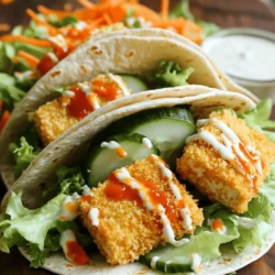 - 1 Block extra-fester Tofu, gepresst und abgetropft - 1 Tasse Semmelbrösel (vorzugsweise Panko) - 1/2 Tasse Buffalo-Sauce Die Hauptzutaten sind einfach und lecker. Tofu ist die Basis. Er ist reich an Protein und hat eine tolle Textur. Semmelbrösel sorgen für die perfekte Knusprigkeit. Die Buffalo-Sauce bringt den echten Geschmack. - 1 Esslöffel Maisstärke - 1 Teelöffel Knoblauchpulver - 1 Teelöffel Zwiebelpulver - Salz und Pfeffer nach Geschmack Die Gewürze machen den Tofu richtig würzig. Knoblauchpulver und Zwiebelpulver geben einen tollen Geschmack. Salz und Pfeffer runden alles ab. Diese Mischung macht den Tofu spannend und lecker. - 4 große Vollkorn-Tortillas - 1 Tasse Salat, grob zerkleinert - 1/2 Tasse Karotten, gerieben - 1/2 Tasse Gurke, dünn geschnitten - 1/4 Tasse Ranch-Dressing oder veganes Ranch-Dressing Die Wraps sind einfach zu machen und sehr gesund. Tortillas sind perfekt für die Füllung. Salat, Karotten und Gurken bringen Frische. Ranch-Dressing macht alles cremig. Diese Kombination ist nicht nur lecker, sondern sieht auch toll aus. Für das vollständige Rezept, schauen Sie sich die [Full Recipe] an. Heize den Ofen auf 200°C vor. Nimm den Block Tofu und drücke ihn gut ab. Schneide ihn dann in Scheiben oder Würfel. Du kannst die Form wählen, die dir am besten gefällt. Dickere Stücke sind saftiger, dünnere Stücke werden knuspriger. In einer Schüssel vermenge die Maisstärke, Knoblauchpulver, Zwiebelpulver, Salz und Pfeffer. Rühre, bis alles gut gemischt ist. Wälze die Tofustücke in dieser Mischung. Stelle sicher, dass sie ganz bedeckt sind. So wird der Tofu schön würzig und knusprig. Nimm eine flache Schüssel und gib die Semmelbrösel hinein. Tauche jedes Tofustück in die Buffalo-Sauce. Danach wälze es in den Semmelbröseln, bis es gut bedeckt ist. Lege die panierten Tofustücke auf ein Backblech mit Backpapier. Backe sie 25-30 Minuten lang. Wende die Stücke nach der Hälfte der Zeit. Sie sollten goldbraun und sehr knusprig sein. Für das vollständige Rezept schaue bitte in die [Full Recipe]. Um den Tofu perfekt knusprig zu machen, ist die richtige Bratzeit wichtig. Heize den Ofen auf 200°C vor. Schneide den Tofu in gleichmäßige Stücke. Das hilft beim Garen. Wende die Tofustücke in der Gewürzmischung und dann in den Semmelbröseln. Achte darauf, dass sie gut bedeckt sind. Backe den Tofu 25-30 Minuten. Wende ihn zur Hälfte der Zeit. So wird er gleichmäßig knusprig. Buffalo-Sauce ist großartig, aber du kannst auch andere Saucen ausprobieren. Eine BBQ-Sauce bringt eine süßliche Note. Teriyaki-Sauce gibt einen asiatischen Twist. Für einen scharfen Kick kannst du Sriracha oder scharfe Senfsauce verwenden. So kannst du die Wraps ganz nach deinem Geschmack anpassen. Sei kreativ und finde deine Lieblingssauce. Die Kombination mit frischen Beilagen macht die Wraps noch besser. Serviere sie mit einem knackigen Salat oder Gemüse-Sticks. Hummus oder Guacamole eignen sich gut als Dips. Du kannst auch extra Ranch-Dressing für mehr Geschmack dazugeben. Diese Kombinationen machen deine Crispy Buffalo Tofu Wraps noch leckerer. Wenn du mehr Ideen brauchst, schau dir den Full Recipe an. {{image_4}} Für die Crispy Buffalo Tofu Wraps können Sie viele Zutaten ändern. Wenn Sie vegan sind, nutzen Sie pflanzliches Ranch-Dressing. Probieren Sie auch Avocado oder Hummus als Aufstrich. Diese Optionen bringen einen neuen Geschmack und sind gesund. Sie können die Wraps mit mehr Gemüse füllen. Denken Sie an Paprika oder Spinat. Diese Zutaten geben mehr Farbe und Nährstoffe. Für mehr Protein können Sie schwarze Bohnen oder Kichererbsen hinzufügen. Diese Optionen machen die Wraps sättigender und leckerer. Die Wahl der Tortillas ist wichtig. Vollkorn-Tortillas sind gesund, aber Sie können auch Weizentortillas oder Mais-Tortillas verwenden. Jede Tortilla hat ihren eigenen Geschmack. Fügen Sie verschiedene Füllungen hinzu, wie Quinoa oder Reis, um Abwechslung zu schaffen. So bleibt das Rezept spannend und frisch. Probieren Sie auch unterschiedliche Wrap-Formen aus. Machen Sie kleine Wraps oder große Burritos. So können Sie Ihre Wraps anpassen. Für das vollständige Rezept schauen Sie sich die Anleitung an. Bewahren Sie Ihre übrig gebliebenen Wraps in einem luftdichten Behälter auf. Wickeln Sie die Wraps in Frischhaltefolie, um die Frische zu bewahren. Lagern Sie sie im Kühlschrank. So bleiben sie knusprig und lecker. Wenn Sie die Wraps gut aufbewahren, können sie bis zu drei Tage frisch bleiben. Um die Wraps wieder knusprig zu machen, heizen Sie den Ofen auf 180°C vor. Legen Sie die Wraps auf ein Backblech. Erwärmen Sie sie etwa 10 bis 15 Minuten. Alternativ können Sie die Wraps in einer Pfanne auf mittlerer Hitze aufwärmen. Drehen Sie sie nach fünf Minuten, damit sie gleichmäßig warm werden. So schmecken sie fast wie frisch zubereitet. Die Wraps bleiben frisch für bis zu drei Tage im Kühlschrank. Wenn Sie sie länger aufbewahren möchten, können Sie sie auch einfrieren. Wickeln Sie sie gut ein und lagern Sie sie im Gefrierfach. So bleiben sie bis zu einem Monat haltbar. Auftauen können Sie die Wraps über Nacht im Kühlschrank oder in der Mikrowelle. Um die besten crispy Buffalo Tofu Wraps zu machen, achte auf die Vorbereitung. Drücke den Tofu gut aus. Das entfernt Wasser und macht ihn knuspriger. Schneide den Tofu in gleichmäßige Stücke. Mische Maisstärke mit Gewürzen. Wende den Tofu darin, damit er gut bedeckt ist. Tauche die Tofustücke dann in Buffalo-Sauce und wälze sie in Semmelbröseln. Das Backen ist wichtig! Heize den Ofen auf 200°C vor. Backe den Tofu 25-30 Minuten lang, bis er goldbraun ist. So bleibt der Wrap knusprig. Ja, du kannst den Tofu auch frittieren. Frittieren sorgt für eine knusprige Textur. Erhitze Öl in einer Pfanne. Frittiere die Tofustücke für 3-5 Minuten pro Seite. Achte darauf, dass das Öl heiß genug ist. So wird der Tofu schön knusprig. Lass den Tofu nach dem Frittieren auf Küchenpapier abtropfen, um überschüssiges Öl zu entfernen. Zu Crispy Buffalo Tofu Wraps passen viele Beilagen. Ein frischer Salat ist eine gute Wahl. Mische grünen Salat mit Gurken und Karotten. Ein cremiges Dressing passt ebenfalls gut. Probiere Ranch-Dressing oder Joghurt-Dressing. Dips sind auch toll! Serviere zusätzliche Buffalo-Sauce oder Guacamole. Diese Beilagen machen dein Essen noch besser. Hier sind alle Zutaten und Schritte für die Crispy Buffalo Tofu Wraps. Du kannst die vollständige Rezeptseite [hier](#) finden. Zutaten: - 1 Block extra-fester Tofu, gepresst und abgetropft - 1 Tasse Semmelbrösel (vorzugsweise Panko) - 1/2 Tasse Buffalo-Sauce - 1 Esslöffel Maisstärke - 1 Teelöffel Knoblauchpulver - 1 Teelöffel Zwiebelpulver - Salz und Pfeffer nach Geschmack - 4 große Vollkorn-Tortillas - 1 Tasse Salat, grob zerkleinert - 1/2 Tasse Karotten, gerieben - 1/2 Tasse Gurke, dünn geschnitten - 1/4 Tasse Ranch-Dressing oder veganes Ranch-Dressing Zubereitung: 1. Tofu vorbereiten: Heize den Ofen auf 200°C vor. Schneide den Tofu in Stücke. 2. Tofu beschichten: Vermenge die Maisstärke, das Knoblauch- und Zwiebelpulver, Salz und Pfeffer. Wende die Tofustücke in der Mischung. 3. Brösel-Beschichtung: Gib die Semmelbrösel in eine flache Schüssel. Tauche die Tofustücke in die Buffalo-Sauce und wälze sie in den Bröseln. 4. Tofu backen: Lege den panierten Tofu auf ein Blech. Backe ihn 25-30 Minuten und wende ihn zur Hälfte. 5. Wraps zusammenstellen: Lege eine Tortilla flach. Streiche einen Esslöffel Ranch-Dressing in die Mitte. 6. Füllungen hinzufügen: Schichte den Salat, die Karotten, die Gurken und 3-4 Stücke Tofu darauf. 7. Wrap aufrollen: Falte die Seiten ein und rolle die Tortilla auf. Wiederhole das für alle Tortillas. 8. Servieren: Schneide die Wraps in der Mitte durch. Serviere sie mit Buffalo-Sauce und Ranch-Dressing. Vorbereitungszeit: 15 Minuten | Gesamtzeit: 45 Minuten | Portionen: 4 Wraps Präsentationstipps: Serviere die Wraps auf einem platter. Garniere sie mit frischen Kräutern. Crispy Buffalo Tofu Wraps sind einfach und lecker. Sie bestehen aus Tofu, würziger Sauce und frischem Gemüse. Wir haben die wichtigsten Zutaten, Schritte und Tipps behandelt. Mit den Variationen kannst du deine Wraps anpassen. Denke auch an die Aufbewahrung und das Aufwärmen. Experimentiere mit verschiedenen Saucen und Beilagen für neuen Geschmack. Probiere sie aus, du wirst begeistert sein!