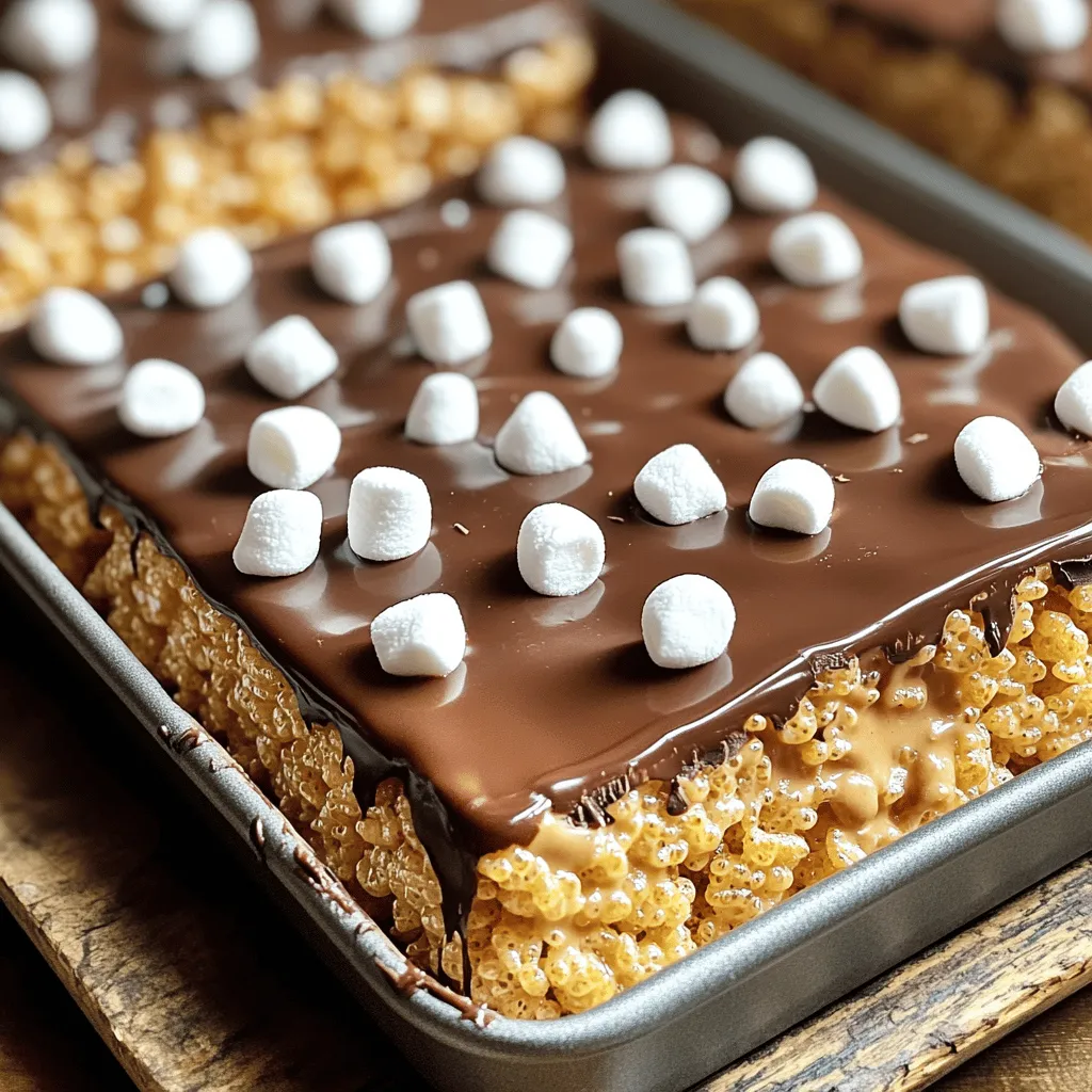 Für diese leckeren Leckereien brauchst du einige Hauptzutaten. Hier sind die Basics: - 4 Tassen Reis-Krispies-Getreide - 1 Tasse cremige Erdnussbutter - 1 Tasse halbsüße Schokoladenstückchen - 1 Tasse Mini-Marshmallows - ½ Tasse ungesalzene Butter - 1 Teelöffel Vanilleextrakt - Eine Prise Salz Diese Zutaten sind wichtig für den tollen Geschmack. Sie helfen dir, die perfekte Mischung zu schaffen. Du kannst die Leckereien anpassen, um deinen Geschmack zu treffen. Einige Extras, die du hinzufügen kannst, sind: - ½ Tasse gehackte Nüsse für einen Crunch - ½ Tasse getrocknete Früchte für Süße - Eine Prise Zimt für einen besonderen Kick Diese Zutaten bringen neue Aromen und Texturen in deine Leckereien. Sei kreativ und probiere verschiedene Kombinationen aus. Die Auswahl der richtigen Zutaten macht einen großen Unterschied. Hier sind einige Tipps: - Wähle frische, hochwertige Erdnussbutter ohne Zuckerzusatz. - Achte darauf, dass die Schokoladenstückchen gut schmelzen. Halbsüß ist oft die beste Wahl. - Verwende frische Mini-Marshmallows für die beste Konsistenz. Mit diesen Tipps stellst du sicher, dass deine Schokoladen-Erdnussbutter-Reis-Krispie-Leckereien immer köstlich sind. Du kannst das gesamte Rezept in [Full Recipe] finden. Zuerst bereite ich die Backform vor. Ich nehme eine 9x13 Zoll große Backform. Dann fette ich die Form mit Kochspray oder Butter ein. Das verhindert, dass die Leckereien ankleben. Ich achte darauf, jede Ecke zu erreichen. Eine gut gefettete Form macht das Leben einfacher. Nun kommt der spannende Teil. Ich stelle einen großen Topf auf den Herd und schalte ihn auf niedrige Hitze. Dann gebe ich die ungesalzene Butter hinein. Ich lasse die Butter langsam schmelzen. Sobald die Butter geschmolzen ist, füge ich die cremige Erdnussbutter hinzu. Ich rühre die Mischung gut um, bis sie vollkommen glatt ist. Das Aroma von Erdnussbutter ist einfach unwiderstehlich! Jetzt ist es Zeit für die Reis-Krispies. Ich nehme die 4 Tassen Reis-Krispies-Getreide und füge sie langsam zur Erdnussbuttermischung hinzu. Dabei hebe ich sie vorsichtig unter. Ich will sicherstellen, dass jedes Stück gleichmäßig bedeckt ist. Dann füge ich die Hälfte der halbsüßen Schokoladenstückchen hinzu. Ich falte sie sanft unter die Mischung. Die andere Hälfte der Schokolade bewahre ich zum Dekorieren auf. Diese Mischung ist bereits ein Traum! Ich gieße alles in die vorbereitete Backform und drücke die Mischung mit einem Spatel gleichmäßig hinein. Einer der häufigsten Fehler ist, die Butter zu heiß zu machen. Das kann die Mischung verbrennen. Stattdessen schmelzen Sie die Butter bei niedriger Hitze. Rühren Sie ständig, damit sie gleichmäßig schmilzt. Ein anderer Fehler ist, nicht genug zu rühren. Wenn die Erdnussbutter und die Marshmallows nicht gut vermischt sind, bleibt die Mischung klumpig. Achten Sie darauf, alles gut zu vermengen, bis es glatt ist. Um die Textur zu verbessern, können Sie die Schokoladenstückchen variieren. Dunkle Schokolade gibt einen intensiveren Geschmack. Sie können auch eine Prise Zimt oder etwas Kakaopulver hinzufügen. Das bringt eine neue Geschmacksnote in die Leckereien. Achten Sie darauf, die Marshmallows gut zu schmelzen. So wird die Mischung weich und perfekt. Die Leckereien sehen toll aus, wenn Sie sie dekorieren. Verwenden Sie die restlichen Schokoladenstückchen, um einen schönen Look zu schaffen. Streuen Sie einige bunte Streusel darüber für mehr Farbe. Sie können auch Erdnüsse darüber geben, um einen crunchigen Effekt zu erzielen. Schneiden Sie die Leckereien in gleichmäßige Stücke, um sie ansprechend zu präsentieren. Servieren Sie sie auf einem schönen Teller oder in einem dekorativen Behälter. Für das vollständige Rezept schauen Sie sich die Anleitung für die Schokoladen-Erdnussbutter-Reis-Krispie-Leckereien an. {{image_4}} Für eine vegane Version dieser Leckereien kann man einfach die Butter und die Schokoladenstückchen ersetzen. Verwende pflanzliche Butter oder Kokosöl. Achte darauf, dass die Schokoladenstückchen milchfrei sind. Zudem kannst du die Mini-Marshmallows durch vegane Alternativen ersetzen. Diese Optionen machen die Leckereien für alle zugänglich. Um den Geschmack zu verbessern, kannst du verschiedene Zutaten hinzufügen. Zum Beispiel, füge eine Prise Zimt oder eine Handvoll gehackte Nüsse hinzu. Auch Kokosraspeln passen gut. Diese Zutaten geben dir eine neue Geschmacksrichtung und Textur. Experimentiere mit verschiedenen Kombinationen, um deine perfekte Mischung zu finden. Wenn du glutenfreie Optionen suchst, sind Reis-Krispies eine gute Wahl. Sie sind oft glutenfrei, aber überprüfe die Verpackung. Du kannst auch andere puffierte Cerealien verwenden. Diese Alternativen bieten einen ähnlichen Crunch, ohne Gluten. Achte darauf, dass alle Zutaten, die du verwendest, glutenfrei sind. So kannst du sicherstellen, dass jeder deine Schokoladen-Erdnussbutter-Reis-Krispie-Leckereien genießen kann. Um die Schokoladen-Erdnussbutter-Reis-Krispie-Leckereien frisch zu halten, solltest du sie in einem luftdichten Behälter aufbewahren. Wähle eine Schachtel oder einen Behälter, der gut schließt. Lege ein Stück Backpapier zwischen die Schichten, um ein Ankleben zu verhindern. Lagere die Leckereien bei Raumtemperatur, fern von direkter Sonne und Hitze. So bleiben sie lecker und knusprig. Die Leckereien halten sich bei richtiger Lagerung etwa eine Woche. Nach dieser Zeit können sie ihre Frische verlieren. Achte darauf, sie regelmäßig zu überprüfen. Wenn du sie länger aufbewahren möchtest, ist eine andere Methode besser. Wenn du die Schokoladen-Erdnussbutter-Reis-Krispie-Leckereien für später aufbewahren willst, kannst du sie auch einfrieren. Schneide sie in Stücke und lege sie in einen gefrierfesten Behälter. Du kannst auch Frischhaltefolie verwenden, um die Stücke einzeln einzuwickeln. So bleiben sie bis zu drei Monate frisch. Um sie zu genießen, lasse sie einfach bei Raumtemperatur auftauen. Um die perfekten Reis-Krispie-Leckereien zu machen, folgen Sie diesen Schritten. Beginnen Sie mit der richtigen Temperatur. Schmelzen Sie die Butter bei niedriger Hitze. Fügen Sie dann die Erdnussbutter und die Mini-Marshmallows hinzu. Rühren Sie gut, bis alles glatt ist. Achten Sie darauf, nicht zu lange zu kochen, um die Marshmallows nicht zu verbrennen. Fügen Sie die Reis-Krispies erst hinzu, wenn die Mischung fast fertig ist. Mischen Sie alles vorsichtig, damit die Reis-Krispies knusprig bleiben. Ja, Sie können andere Nüsse oder Geschmäcker hinzufügen. Mandeln, Cashews oder Walnüsse passen gut dazu. Sie können auch Karamell oder Honig für zusätzliche Süße verwenden. Experimentieren Sie mit verschiedenen Schokoladensorten. Dunkle Schokolade gibt einen intensiven Geschmack, während weiße Schokolade süßer ist. Seien Sie kreativ! Finden Sie heraus, was Ihnen am besten schmeckt. Die Leckereien brauchen normalerweise etwa 30 Minuten, um fest zu werden. Sie können sie bei Zimmertemperatur abkühlen lassen. Wenn Sie es eilig haben, stellen Sie sie in den Kühlschrank. Dort sollten sie in etwa 15 bis 20 Minuten fest werden. Achten Sie darauf, sie nicht zu lange zu lassen, sonst werden sie zu hart. Nach dem Festwerden können Sie sie leicht in Quadrate schneiden. In diesem Beitrag haben wir die besten Zutaten für Schokoladen-Erdnussbutter-Reis-Krispie-Leckereien erkundet. Wir haben die Schritte zur Zubereitung besprochen und Tipps gegeben, um Fehler zu vermeiden. Außerdem haben wir Variationen und Lagerungshinweise behandelt. Die richtigen Zutaten und Techniken machen einen großen Unterschied. Experimentiere mit neuen Geschmäckern und genieße deine Leckereien! Vertraue auf die Tipps, um sicherzustellen, dass deine Kreationen perfekt gelingen.