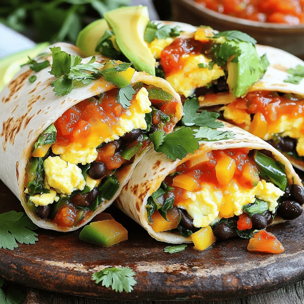 Die Zutaten für beladene Gemüse Frühstücksburritos sind einfach und schmackhaft. Du brauchst folgende Elemente, um deine Burritos zuzubereiten: - 4 große Weizentortillas - 1 Tasse schwarze Bohnen, abgetropft und abgespült - 1 Tasse Paprika, gewürfelt - 1 Tasse Spinat, grob gehackt - 4 große Eier - 1/2 Tasse geriebener Käse - 1 kleine rote Zwiebel, gewürfelt - 1 Avocado, in Scheiben geschnitten - 1 Esslöffel Olivenöl - 1 Teelöffel Kreuzkümmel - 1 Teelöffel Paprika - Salz und Pfeffer nach Geschmack - Salsa, zum Servieren - Koriander, zur Garnierung (optional) Mit diesen Zutaten bereitest du ein leckeres Frühstück zu. Die Kombination aus Bohnen, Gemüse und Eiern macht die Burritos gesund und sättigend. Ich empfehle, frische und hochwertige Zutaten zu verwenden. Sie verbessern den Geschmack und die Textur deiner Burritos. Wenn du mehr Abwechslung möchtest, kannst du auch andere Gemüse verwenden. Zucchini oder Pilze passen gut dazu. Vergiss nicht, die Avocado für einen cremigen Touch hinzuzufügen. Sie bringt Frische und Geschmack. Für das vollständige Rezept kannst du die Schritte in der Zubereitung nachlesen. Du wirst es lieben, wie einfach und schnell diese Burritos zu machen sind! Erhitze das Olivenöl in einer Pfanne bei mittlerer Hitze. Füge die gewürfelte Zwiebel und die Paprika hinzu. Brate sie 4 bis 5 Minuten, bis sie weich werden. Jetzt ist es Zeit für die nächsten Zutaten! Gib den gehackten Spinat und die schwarzen Bohnen dazu. Füge Kreuzkümmel, Paprika, Salz und Pfeffer hinzu. Rühre gut um und koche alles 3 bis 4 Minuten. Der Spinat sollte welken und alles gut durchwärmen. Nimm die Pfanne dann vom Herd. Nimm eine separate Schüssel und schlage die Eier auf. Würze sie mit Salz und Pfeffer. Erhitze eine andere Pfanne bei mittlerer Hitze. Gieße die Eier hinein und rühre sie gut durch. Brate die Rühreier, bis sie gerade fest sind. Sie sollten schön fluffig sein. Lege die Weizentortillas auf eine flache Fläche. Verteile die Gemüsefüllung gleichmäßig auf den Tortillas. Füge jetzt die Rühreier hinzu. Jeder Burrito wird noch besser mit etwas geriebenem Käse und ein paar Scheiben Avocado. Rolle die Tortillas eng auf und klappe die Seiten ein, um die Füllung zu sichern. Wenn du magst, kannst du die Burritos mit der Naht nach unten in die Pfanne legen. Toast sie 2 bis 3 Minuten auf jeder Seite, bis sie goldbraun sind. Serviere sie warm mit Salsa und optional frischem Koriander. Für das vollständige Rezept, sieh dir die [Full Recipe] an. Um die Tortillas richtig zu rollen, lege die Füllung in die Mitte. Klappe die Seiten ein und rolle sie fest. Achte darauf, dass die Füllung nicht herausfällt. Die Temperatur für das perfekte Anbraten ist entscheidend. Erhitze die Pfanne auf mittlere Hitze. So bräunen die Burritos gleichmäßig und werden knusprig. Für mehr Vielfalt kannst du andere Gemüse verwenden. Zucchini, Pilze oder Brokkoli passen gut in diese Burritos. Wenn du eine vegane Option suchst, ersetze die Eier durch Tofu. Veganer Käse ist auch eine gute Wahl. Zu den Burritos passen Salsa und Guacamole als Beilage. Diese bringen frische Aromen und zusätzliche Textur. Präsentation ist wichtig! Schneide die Burritos diagonal und lege die Stücke auf einen schönen Teller. Ein Spritzer Salsa und frischer Koriander machen das Gericht noch ansprechender. {{image_4}} Wenn du glutenfreie Alternativen möchtest, sind Reis- oder Mais-Tortillas eine gute Wahl. Diese sind leicht und einfach zu finden. Du kannst sie wie normale Tortillas füllen und rollen. Für eine Low-Carb-Version kannst du die Tortillas ganz weglassen. Verwende stattdessen große Blätter von Salat. Fülle die Salatblätter mit der Gemüsefüllung und den Rühreiern. Das macht dein Frühstück leicht und frisch. Du kannst die Burritos auch nach deinem Geschmack anpassen. Wenn du mexikanische Aromen magst, füge Jalapeños oder frische Korianderblätter hinzu. Eine Prise Limettensaft gibt einen tollen Kick. Für eine asiatische Fusion kannst du Sojasauce und Ingwer verwenden. Tausche die schwarze Bohne gegen Edamame aus. Das gibt einen neuen Twist und macht die Burritos spannend. Wenn du es scharf magst, füge mehr Gewürze hinzu. Verwende scharfe Paprika oder Chili-Flocken. Für eine mildere Variante lass die scharfen Zutaten einfach weg. Die Möglichkeiten sind endlos! Nutze deine Kreativität und probiere neue Kombinationen. Du kannst auch das vollständige Rezept für weitere Ideen ansehen. Um die Reste der Burritos frisch zu halten, lege sie in einen luftdichten Behälter. Du kannst die Burritos auch in Folie einwickeln. So bleibt der Geschmack erhalten. Die ideale Kühlschranktemperatur liegt bei etwa 4 Grad Celsius. Lagere die Burritos nicht länger als drei Tage im Kühlschrank. Wenn du die Burritos aufwärmen möchtest, gibt es zwei gute Optionen: die Mikrowelle oder den Ofen. In der Mikrowelle erwärmst du die Burritos für etwa 1-2 Minuten. Achte darauf, sie mit einem feuchten Tuch abzudecken. So bleiben sie nicht trocken. Der Ofen ist eine großartige Wahl, wenn du die Knusprigkeit erhalten willst. Heize den Ofen auf 180 Grad Celsius vor und lege die Burritos für 10-15 Minuten hinein. Um die perfekte Knusprigkeit zu erreichen, kannst du die Burritos vor dem Aufwärmen leicht mit Olivenöl bestreichen. Das macht die Hülle außen schön knusprig. Die Burritos sind im Kühlschrank etwa 3 bis 4 Tage haltbar. Lagern Sie sie in einem luftdichten Behälter. Für längere Haltbarkeit legen Sie sie in den Gefrierschrank. Dort bleiben sie bis zu 3 Monate frisch. Achten Sie darauf, die Burritos gut einzuwickeln. So vermeiden Sie Frostbrand und verlieren keinen Geschmack. Ja, Sie können die Burritos im Voraus zubereiten. Bereiten Sie die Füllung nach dem Vollständigen Rezept zu und lassen Sie sie abkühlen. Wickeln Sie die Burritos dann fest in Folie ein. Sie können sie auch in einem Behälter aufbewahren. Wenn Sie bereit sind zu essen, nehmen Sie sie einfach heraus und wärmen Sie sie auf. Zu den Frühstücksburritos passen viele Beilagen. Salsa ist ein Muss! Sie können auch Joghurt oder Sauerrahm anbieten. Frischer Obstsalat bringt eine süße Note. Ein einfaches Getränk wie frisch gepresster Saft rundet das Frühstück ab. Versuchen Sie, verschiedene Optionen zu kombinieren. So bleibt das Frühstück spannend und lecker! Hier sind alle Schritte, um diese leckeren Burritos zuzubereiten. 1. Gemüse anbraten: Erhitze das Olivenöl in einer Pfanne. Füge die gewürfelte Zwiebel und Paprika hinzu. Brate sie 4-5 Minuten, bis sie weich sind. 2. Spinat und Bohnen hinzufügen: Gib den gehackten Spinat und die schwarzen Bohnen in die Pfanne. Streue Kreuzkümmel, Paprika, Salz und Pfeffer dazu. Rühre alles gut um. Koche es 3-4 Minuten weiter, bis der Spinat welkt. 3. Eier zubereiten: Schlage die Eier in eine Schüssel und würze sie mit Salz und Pfeffer. In einer anderen Pfanne die Eier bei mittlerer Hitze braten, bis sie fest sind. 4. Burritos zusammenstellen: Lege die Weizentortillas aus. Verteile die Gemüsefüllung und die Rühreier gleichmäßig auf den Tortillas. 5. Burritos rollen: Füge etwas geriebenen Käse und Avocadoscheiben hinzu. Rolle die Tortillas eng auf und klappe die Seiten ein. 6. Optional toasten: Lege die Burritos mit der Naht nach unten in die Pfanne. Brate sie 2-3 Minuten auf jeder Seite, bis sie goldbraun sind. 7. Servieren: Warm servieren, zusammen mit Salsa. Garniere nach Wunsch mit frischem Koriander. Nährwertangaben für eine Portion: - Kalorien: 350 - Protein: 18g - Kohlenhydrate: 40g - Fett: 15g Mit diesem vollständigen Rezept machst du die besten beladenen Gemüse Frühstücksburritos. Sie sind einfach und lecker! Diese Burritos bieten eine gesunde, geschmackvolle Option für jede Mahlzeit. Wir haben gelernt, elementare Zutaten wie Bohnen, Gemüse und Eier zu kombinieren und anzupassen. Die Schritte sind einfach, und mit den Tipps wird alles perfekt. Denke daran, dass du die Füllungen nach deinem Geschmack variieren kannst. Probiere also verschiedene Rezepte aus. Mit diesen Burritos bringst du Abwechslung auf den Tisch und beeindruckst deine Freunde. Guten Appetit!