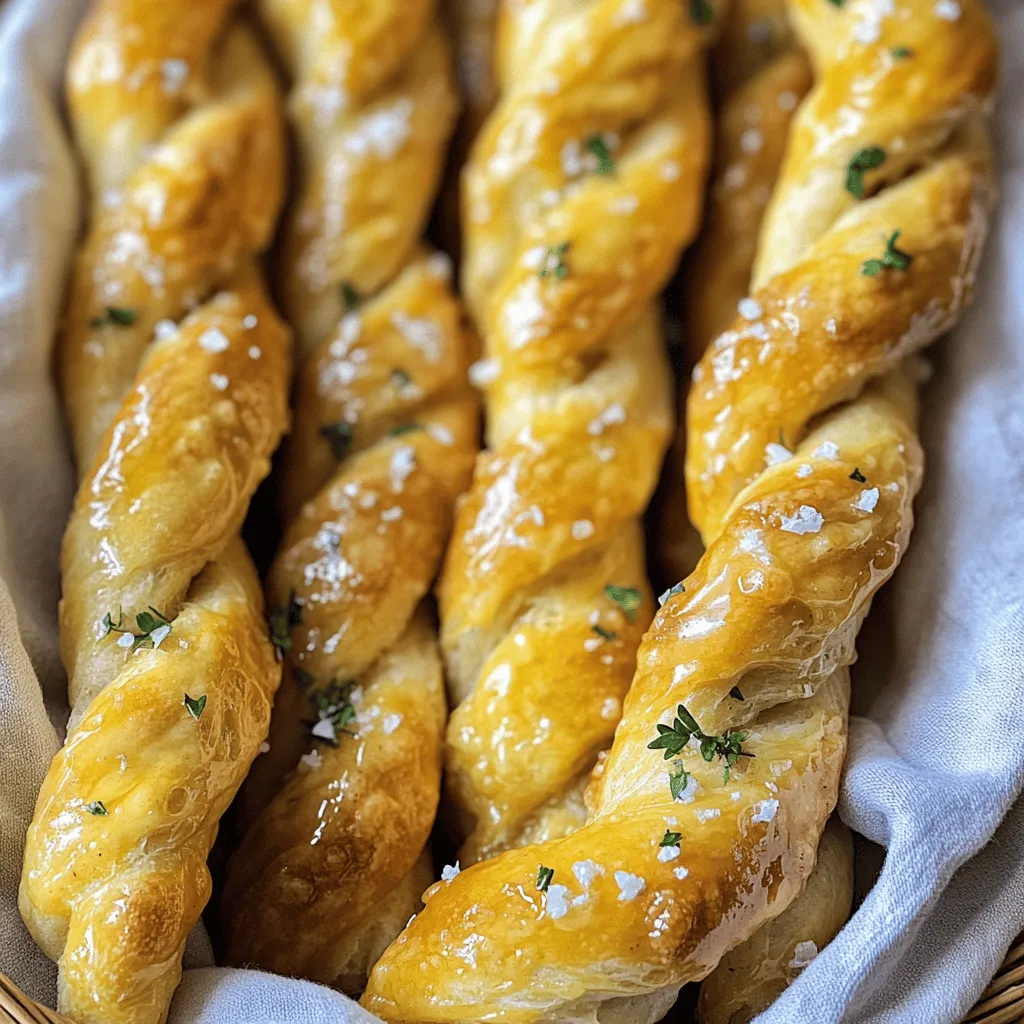 Für die Knoblauch Parmesan gedrehten Brotsticks brauchst du: - 2 Tassen Weizenmehl - 1 Teelöffel Instanthefe - 1 Teelöffel Zucker - 1/2 Teelöffel Salz - 3/4 Tasse warmes Wasser (ca. 43°C) - 2 Esslöffel Olivenöl - 3 Knoblauchzehen, fein gehackt - 1/4 Tasse geriebener Parmesan Diese Zutaten bilden die Basis für den Teig. Weizenmehl gibt dem Brotstick Struktur. Instanthefe sorgt für das Aufgehen. Zucker hilft der Hefe, aktiv zu werden. Salz gibt Geschmack und verstärkt die Aromen. Zusätzlich benötigst du: - 1 Teelöffel getrocknete italienische Kräuter (Oregano, Basilikum, Thymian) - 1 Esslöffel geschmolzene Butter - Salz zum Bestreuen Die italienischen Kräuter bringen Frische und Tiefe. Geschmolzene Butter macht die Oberfläche knusprig und goldbraun. Das Salz, das du am Ende hinzufügst, verstärkt den Geschmack und macht die Brotsticks unwiderstehlich. Für das vollständige Rezept, schau dir das Full Recipe an. Zuerst vermengst du die trockenen Zutaten. Nimm eine große Schüssel und gebe 2 Tassen Weizenmehl, 1 Teelöffel Instanthefe, 1 Teelöffel Zucker und 1/2 Teelöffel Salz hinein. Rühre alles mit einem Schneebesen gut um. Das sorgt dafür, dass die Hefe gut verteilt ist. Jetzt ist es Zeit, Wasser und Olivenöl hinzuzufügen. Forme eine Mulde in der Mitte der Mischung. Gieße 3/4 Tasse warmes Wasser und 2 Esslöffel Olivenöl in die Mulde. Rühre mit einem Löffel, bis ein grober Teig entsteht. Jetzt kommt das Kneten. Lege den Teig auf eine bemehlte Arbeitsfläche. Knete den Teig für etwa 5-7 Minuten. Der Teig sollte glatt und elastisch sein. Wenn du fertig bist, forme ihn zu einer Kugel. Lass den Teig in einer leicht geölten Schüssel ruhen. Decke die Schüssel mit einem sauberen Küchentuch ab. Stelle die Schüssel an einen warmen Ort. Lass den Teig etwa 1 Stunde gehen, bis er sich verdoppelt hat. Nach dem Gehen ist es Zeit zu formen. Drücke den Teig vorsichtig herunter und lege ihn auf eine leicht bemehlte Fläche. Teile den Teig in 8 gleich große Stücke. Jedes Stück rolle zu einem langen Strang von etwa 30 cm. Verdrehe jeden Strang sanft. Lege die gedrehten Brotsticks auf ein Backblech, das mit Backpapier ausgelegt ist. Achte darauf, genug Platz zwischen den Sticks zu lassen. Jetzt kommt die Knoblauch-Parmesan-Mischung. Mische 3 fein gehackte Knoblauchzehen, 1/4 Tasse geriebenen Parmesan, 1 Teelöffel getrocknete italienische Kräuter und 1 Esslöffel geschmolzene Butter in einer kleinen Schüssel. Pinsle diese Mischung großzügig auf jeden Brotstick. Streue eine Prise Salz über die Oberseite. Backe die Brotsticks im vorgeheizten Ofen bei 200°C für 15-20 Minuten. Sie sind fertig, wenn sie goldbraun sind. Lass sie vor dem Servieren etwas abkühlen. Für das vollständige Rezept kannst du den Abschnitt "Full Recipe" ansehen. - Optimales Kneten für beste Ergebnisse: Kneten ist wichtig. Ich empfehle, den Teig etwa 5-7 Minuten zu kneten. Dies macht den Teig glatt und elastisch. So bekommt ihr die perfekte Konsistenz. Es hilft, den Teig bei Raumtemperatur zu bearbeiten. - Wie man den Teig richtig aufgehen lässt: Der Teig braucht Wärme und Zeit. Legt ihn in eine geölte Schüssel. Deckt ihn mit einem Tuch ab. Lasst ihn an einem warmen Ort stehen, bis er sich verdoppelt. So wird der Teig luftig und leicht. - Die ideale Backzeit und Temperatur: Heißt euren Ofen auf 200°C vor. Backt die Brotsticks 15-20 Minuten. So werden sie schön knusprig und goldbraun. Ihr könnt sie während des Backens beobachten. - Hinweise für eine goldbraune Oberfläche: Damit die Oberfläche goldbraun wird, pinselt die Brotsticks mit der Knoblauch-Parmesan-Mischung ein. Eine Prise Salz verstärkt den Geschmack. Wenn sie fertig sind, sollten sie gut duften. - Ideen zur Anrichtung: Serviert die Brotsticks warm. Legt sie in einen Korb, der mit einem Tuch ausgekleidet ist. Das sieht hübsch aus und hält sie warm. - Kombination mit Dips oder Saucen: Diese Brotsticks passen gut zu Dips. Probiert sie mit einem würzigen Tomatendip oder einer cremigen Knoblauchsoße. So macht ihr sie zu einem echten Hit. Für das vollständige Rezept schaut euch das [Full Recipe] an. {{image_4}} Für den perfekten Geschmack kannst du verschiedene Käsesorten verwenden. Probiere Mozzarella für mehr Schmelz oder Cheddar für eine kräftige Note. Diese Käsesorten bringen neue Geschmäcker und Texturen in deine Brotsticks. Wenn du eine vegane Alternative suchst, nutze pflanzlichen Käse. Viele Marken bieten jetzt großartige Optionen, die gut schmelzen. Diese Optionen machen die Brotsticks ebenso lecker und passen zu vielen Diäten. Du kannst mit Gewürzen viel Spaß haben. Für eine scharfe Variante füge etwas Cayennepfeffer oder Paprika hinzu. Das bringt einen tollen Kick in die Brotsticks. Wenn du es süß magst, probiere etwas Honig oder Zimt für eine unerwartete Wendung. Frische Kräuter wie Rosmarin oder Thymian geben dem Teig einen frischen Duft. Du kannst diese Kräuter leicht hacken und in die Mischung einarbeiten. So wird jeder Bissen spannend und voller Geschmack. Wenn du glutenfrei kochen musst, gibt es einfache Tipps. Verwende glutenfreies Mehl, das speziell für Brot geeignet ist. Achte darauf, die Mischung gut zu vermengen, damit sich die Zutaten richtig verbinden. Du kannst auch einen Bindemittel wie Xanthan hinzufügen, um die Textur zu verbessern. Probiere das Rezept für die glutenfreien Brotsticks aus, um sicherzustellen, dass jeder sie genießen kann. Um die übrig gebliebenen Brotsticks frisch zu halten, lege sie in einen luftdichten Behälter. Dies schützt sie vor Luft und Feuchtigkeit. Du kannst auch ein Stück Brot in den Behälter legen. Das hilft, die Brotsticks weich zu halten. Achte darauf, die Brotsticks nicht zu lange bei Raumtemperatur zu lassen. Sie schmecken am besten, wenn du sie innerhalb von zwei Tagen isst. Um Trockenheit zu vermeiden, wärme die Brotsticks kurz im Ofen auf. Backe sie bei 150 Grad Celsius für etwa 5 Minuten. Das macht sie wieder knusprig und lecker. Wenn du Brotsticks für später aufbewahren willst, friere sie ein. Lass sie zuerst ganz abkühlen. Wickele dann jeden Brotstick in Frischhaltefolie. Lege sie in einen Gefrierbeutel und drücke die Luft heraus. So bleiben sie frisch und lecker. Um gefrorene Brotsticks aufzuwärmen, heize deinen Ofen auf 180 Grad Celsius vor. Lege die gefrorenen Brotsticks auf ein Backblech. Backe sie für etwa 10-12 Minuten. So werden sie wieder warm und knusprig. Du kannst sie auch in der Mikrowelle aufwärmen, aber sie werden nicht so knusprig. - Aufbewahrung im Kühlschrank: Die Brotsticks bleiben frisch, wenn du sie in einem luftdichten Behälter im Kühlschrank aufbewahrst. Dort halten sie etwa 3 bis 5 Tage. - Einfrieren und Haltbarkeit: Du kannst die Brotsticks auch einfrieren. Wickel sie gut ein, um Gefrierbrand zu vermeiden. So bleiben sie bis zu 3 Monate haltbar. Zum Aufwärmen einfach im Ofen oder in der Mikrowelle erhitzen. - Vor- und Nachteile der verschiedenen Knoblauchformen: Frischer Knoblauch hat oft einen stärkeren Geschmack als Knoblauchpulver. Er bringt auch mehr Feuchtigkeit in das Rezept. Das kann die Textur der Brotsticks beeinflussen. Knoblauchpulver ist einfach zu verwenden und hat eine lange Haltbarkeit. Du kannst also wählen, was dir besser gefällt! - Mögliche Fehler und Lösungen: Wenn der Teig nicht aufgeht, könnte die Hefe alt oder tot sein. Stelle sicher, dass du frische Hefe verwendest. Ein weiterer Grund kann sein, dass der Teig nicht genug Zeit zum Gehen hatte. Lass ihn an einem warmen Ort ruhen, damit er sich gut entwickeln kann. - Bedeutung von frischer Hefe: Frische Hefe ist wichtig für die Luftigkeit der Brotsticks. Sie hilft, den Teig aufzulockern und gibt ihm die perfekte Konsistenz. - Du kannst das vollständige Rezept für knoblauch-parmesan gedrehte Brotsticks im Abschnitt "Full Recipe" finden. Dort sind alle Schritte und Zutaten aufgelistet, um diese leckeren Brotsticks einfach zuzubereiten. Diese Anleitung bietet dir alle Infos, um leckere Brotsticks zu backen. Du lernst die besten Zutaten kennen, die perfekte Teigvorbereitung und nützliche Tipps für das Backen. Variiere die Rezepte, um neue Geschmäcker zu entdecken und bewahre die Brotsticks richtig auf. Damit bleibt dein Gebäck frisch. Nehme dir Zeit, um zu experimentieren und finde deine Lieblingsversion dieser köstlichen Snacks. Viel Spaß beim Backen und Genießen!