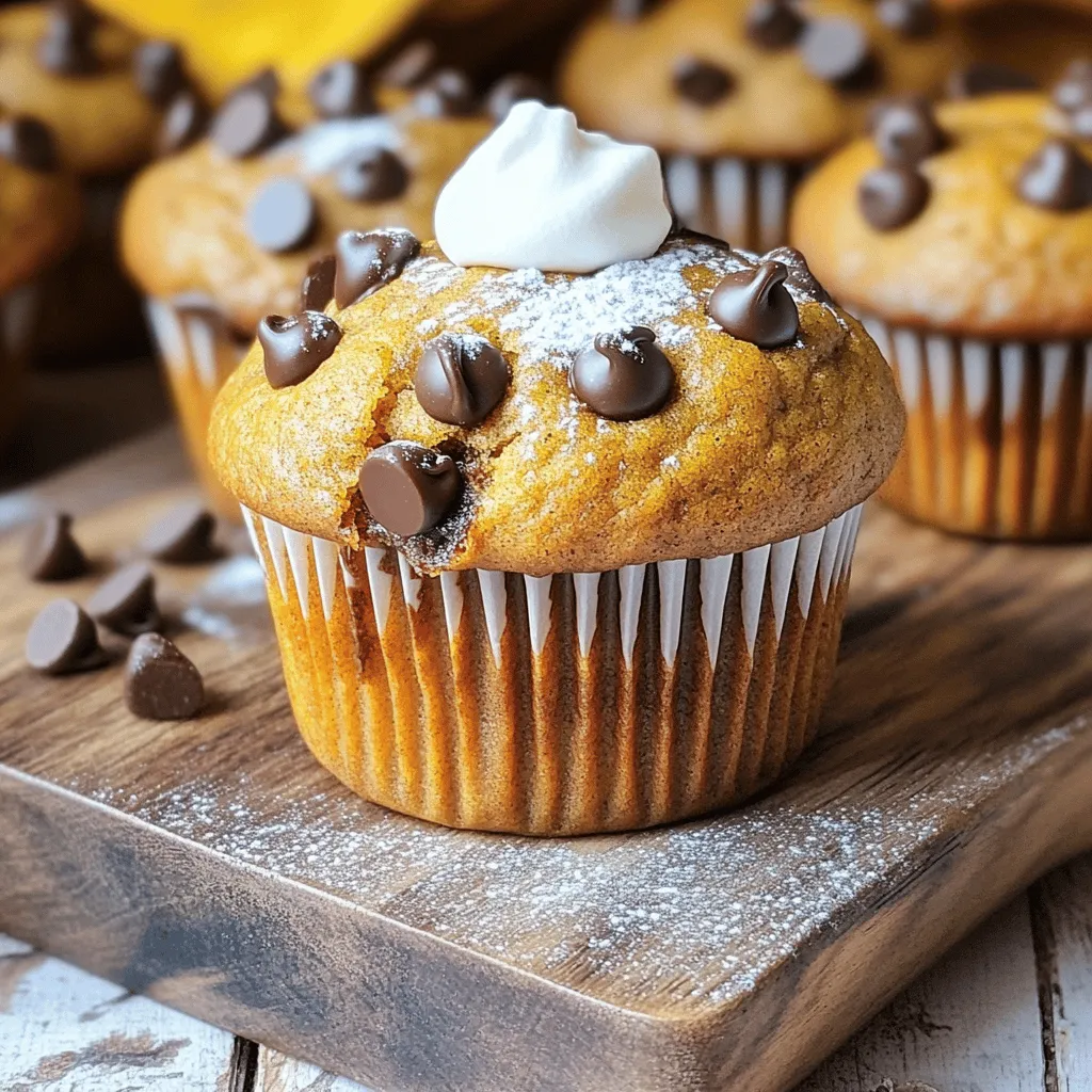 Für diese leckeren Muffins brauchst du einige einfache Zutaten. Hier ist eine Liste der Hauptzutaten: - 1 Tasse Kürbispüree aus der Dose - 1/2 Tasse brauner Zucker - 1/4 Tasse kristallzucker - 1/3 Tasse Pflanzenöl - 2 große Eier - 1 Teelöffel Vanilleextrakt - 1 1/2 Tassen Weizenmehl (Type 405) - 1 Teelöffel Natron - 1/2 Teelöffel Backpulver - 1 Teelöffel gemahlener Zimt - 1/2 Teelöffel gemahlene Muskatnuss - 1/4 Teelöffel gemahlener Ingwer - 1/4 Teelöffel Salz - 1 Tasse halbherbe Schokoladenstückchen Diese Zutaten ergeben eine schöne Mischung aus süß und würzig. Das Kürbispüree bringt Feuchtigkeit und Geschmack in die Muffins. Wenn du mehr Textur möchtest, füge Nüsse hinzu. Walnüsse oder Pekannüsse sind tolle Optionen. Hier sind einige Vorschläge: - 1/4 Tasse gehackte Walnüsse - 1/4 Tasse gehackte Pekannüsse Diese Nüsse geben den Muffins einen knackigen Biss. Du kannst sie nach Belieben hinzufügen. Wenn du glutenfreie Muffins machen möchtest, kannst du glutenfreies Mehl verwenden. Achte darauf, dass es gut bindet. Für eine vegane Variante ersetze die Eier durch Apfelmus oder Leinsamen. So wird das Rezept für jeden anpassbar. Du kannst das vollständige Rezept für Kürbis-Schokoladenchips-Muffins [Full Recipe] hier finden. Heize deinen Ofen auf 175 °C vor. Das ist wichtig für gleichmäßiges Backen. Bereite deine Muffinform vor. Du kannst sie mit Papierförmchen auslegen oder mit Antihaftspray einfetten. Das sorgt dafür, dass die Muffins nicht kleben bleiben. In einer großen Schüssel kombinierst du das Kürbispüree, den braunen Zucker und den Kristallzucker. Füge das Pflanzenöl hinzu und rühre alles gut durch. Jetzt kommen die zwei großen Eier und der Vanilleextrakt dazu. Rühre weiter, bis die Mischung glatt ist. Diese feuchte Mischung macht die Muffins saftig und lecker. In einer anderen Schüssel sieb die trockenen Zutaten: Weizenmehl, Natron, Backpulver, Zimt, Muskatnuss, Ingwer und Salz. Das Sieben hilft, Klumpen zu vermeiden. Füge die trockenen Zutaten nach und nach zur feuchten Mischung hinzu. Vermenge alles vorsichtig, bis der Teig gleichmäßig aussieht. Achte darauf, nicht zu lange zu rühren. Der Teig sollte dick und glatt sein. Dann kommen die Schokoladenstückchen und optional die Nüsse dazu. Jetzt ist dein Teig bereit für die Muffinform! Du kannst das gesamte Rezept für die perfekten Kürbis-Schokoladenchips-Muffins hier finden: [Full Recipe]. Ein häufiger Fehler ist, die Zutaten zu stark zu mischen. Wenn du den Teig zu lange rührst, werden die Muffins hart. Achte darauf, die trockenen und feuchten Zutaten gerade so zu kombinieren. Ein weiterer Fehler ist, die Muffinform nicht richtig vorzubereiten. Verwende Papierförmchen oder fette die Form gut ein. So bleiben die Muffins nicht kleben. Um fluffige Muffins zu bekommen, sollten die Eier Raumtemperatur haben. Kalte Eier führen oft zu einem dichten Muffin. Nutze frische Backpulver und Natron. Diese Zutaten geben den Muffins den nötigen Auftrieb. Lasse den Teig nicht zu lange stehen, bevor du ihn backst. Je frischer, desto besser! Ofen können unterschiedlich backen. Wenn dein Ofen heißer ist, verringere die Backzeit um ein paar Minuten. Bei einem älteren Ofen kann es nötig sein, die Zeit zu verlängern. Verwende einen Zahnstocher, um die Muffins zu testen. Steche in die Mitte; wenn er sauber herauskommt, sind die Muffins fertig. Wenn du die Backzeit anpasst, kannst du sicherstellen, dass deine Muffins perfekt werden. Das Rezept für die Kürbis-Schokoladenchips-Muffins findest du im [Full Recipe]. {{image_4}} Um glutenfreie Muffins zu machen, tauschen Sie das Weizenmehl aus. Verwenden Sie eine glutenfreie Mehlmischung. Diese Mischung sorgt für eine ähnliche Textur. Achten Sie darauf, dass die Mischung Xanthan oder Guarkernmehl enthält. Diese Zusätze helfen, die richtige Bindung zu erreichen. Für vegane Muffins ersetzen Sie die Eier. Nutzen Sie stattdessen Apfelmus oder Chia-Samen. Mischen Sie einen Esslöffel Chia-Samen mit drei Esslöffeln Wasser. Lassen Sie es fünf Minuten quellen. Das ersetzt ein Ei. Auch das Pflanzenöl kann durch Kokosöl oder andere pflanzliche Fette ersetzt werden. Sie können Ihrer Muffin-Mischung verschiedene Aromen hinzufügen. Karamellstückchen sind eine süße Ergänzung. Auch Gewürze wie Muskat oder Nelken bringen mehr Geschmack. Experimentieren Sie mit verschiedenen Nüssen oder Trockenfrüchten. Sie machen die Muffins noch interessanter. Seien Sie kreativ und passen Sie die Rezepte an Ihren Geschmack an. Für das vollständige Rezept schauen Sie sich die Anleitung an. Um die Frische Ihrer Kürbis-Schokoladenchips-Muffins zu bewahren, sollten Sie sie richtig lagern. Lassen Sie die Muffins zuerst vollständig auskühlen. Legen Sie sie dann in einen luftdichten Behälter. Sie können auch Frischhaltefolie verwenden. Achten Sie darauf, dass die Muffins nicht übereinander liegen. So bleiben sie weich und saftig. Im Kühlschrank bleiben Ihre Muffins etwa eine Woche frisch. Wenn Sie sie länger aufbewahren möchten, frieren Sie sie ein. In einem gut verschlossenen Behälter oder einem Gefrierbeutel halten sie bis zu drei Monate. Achten Sie darauf, die Muffins vor dem Einfrieren abzukühlen. So vermeiden Sie, dass sich Feuchtigkeit bildet. Wenn Sie die Muffins wieder aufwärmen möchten, gibt es einige einfache Methoden. Sie können sie in der Mikrowelle für 10 bis 15 Sekunden erwärmen. Alternativ können Sie den Ofen auf 175 °C vorheizen und die Muffins für etwa 5 Minuten erwärmen. So bleiben sie schön weich und warm. Ein kleiner Spritzer Wasser auf die Muffins in der Mikrowelle hilft, die Feuchtigkeit zu bewahren. Um die Muffins süßer zu machen, können Sie mehr Zucker hinzufügen. Ein guter Ansatz ist, die Menge an braunem Zucker auf 3/4 Tasse zu erhöhen. Sie können auch Honig oder Ahornsirup verwenden. Diese Süßungsmittel geben den Muffins einen tollen Geschmack. Denken Sie daran, dass mehr Zucker den Teig auch dichter macht. Ja, Kürbispüree lässt sich leicht selbst herstellen. Nehmen Sie einen frischen Kürbis und schneiden Sie ihn in Stücke. Kochen Sie die Stücke in Wasser, bis sie weich sind. Danach pürieren Sie die Stücke mit einem Mixer oder einer Gabel. Achten Sie darauf, den Kürbis gut abtropfen zu lassen. So wird das Püree nicht zu wässrig. Frisches Püree hat einen intensiveren Geschmack. Die besten Beilagen für diese Muffins sind Schlagsahne oder eine Prise Puderzucker. Eine kleine Schale mit Schokoladenstückchen ist auch eine schöne Idee. Manche Leute mögen dazu auch eine Tasse Kaffee oder Tee. Diese Getränke passen perfekt zum Geschmack der Muffins. Probieren Sie es aus, um die Aromen zu genießen! Zusammenfassend habe ich dir gezeigt, wie du die besten Kürbis-Schokoladenchips-Muffins machst. Wir haben die Hauptzutaten und mögliche Variationen besprochen. Auch Tipps fürs Backen und die Lagerung der Muffins waren wichtig. Denk immer an die kleinen Tricks, um tolle Muffins zu backen. Probiere verschiedene Geschmäcker aus und finde deinen Favoriten. Muffins sind einfach und lecker, also fang an zu backen!