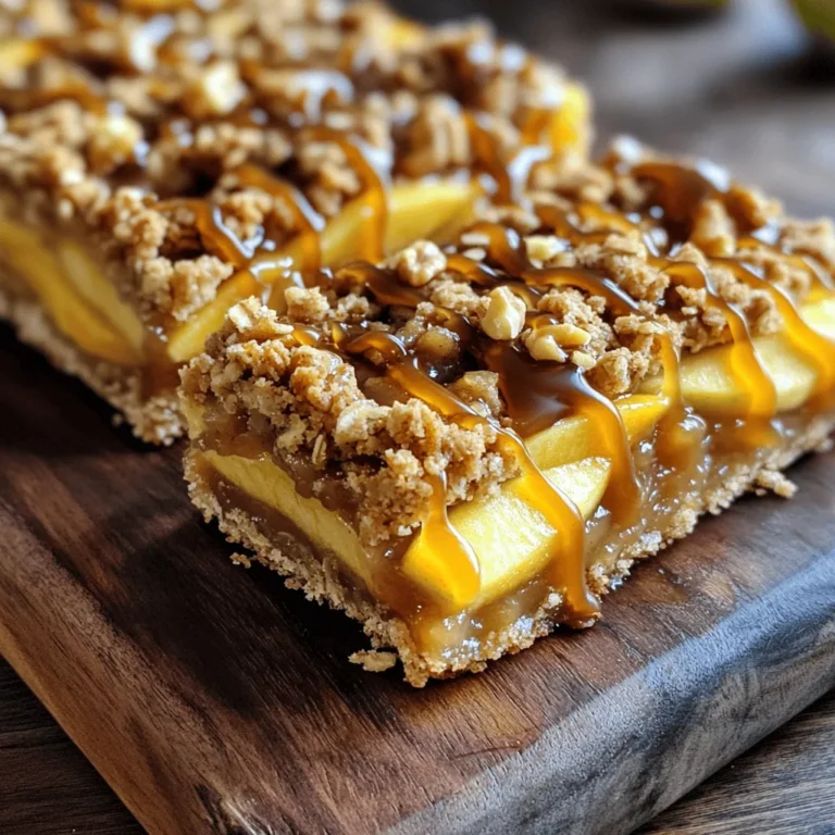 Um Karamell-Apfel-Crisp-Riegel zu machen, brauchst du folgende Zutaten: - 2 Tassen Haferflocken - 1 Tasse Weizenmehl - 1/2 Tasse brauner Zucker, fest gepackt - 1/2 Tasse ungesalzene Butter, weich - 1 Teelöffel Zimt - 1/2 Teelöffel Salz - 3 große Äpfel, geschält, entkernt und dünn geschnitten (vorzugsweise Granny Smith oder Honeycrisp) - 1 Tasse Karamellsauce (gekauft oder selbstgemacht) - 1/4 Tasse gehackte Walnüsse oder Pekannüsse (optional) Diese Zutaten geben den Riegeln ihren tollen Geschmack. Achte darauf, die Äpfel frisch zu wählen. Sie sind der Star des Rezepts. Die Wahl der richtigen Äpfel ist wichtig. Ich empfehle, Granny Smith oder Honeycrisp zu verwenden. Diese Äpfel sind knackig und haben eine ausgewogene Süße. - Granny Smith: Sie sind sauer und geben einen tollen Kontrast zum süßen Karamell. - Honeycrisp: Diese Äpfel sind süßer und sorgen für eine saftige Füllung. Achte darauf, dass die Äpfel fest sind. Vermeide weiche oder beschädigte Äpfel. So bleibt der Biss in den Riegeln schön. Du kannst dieses Rezept leicht anpassen. Für eine vegane Version, ersetze die Butter durch Kokosöl oder vegane Margarine. Für eine glutenfreie Variante, nutze glutenfreies Mehl anstelle von Weizenmehl. Achte darauf, auch die Haferflocken als glutenfrei zu kennzeichnen. Mit diesen Anpassungen bleibt der Geschmack köstlich, und jeder kann die Riegel genießen. Wenn du mehr Informationen brauchst, schau dir das vollständige Rezept an. Zuerst heizt du deinen Ofen auf 175°C vor. Nimm eine 9x13-Zoll Backform und fette sie ein oder lege sie mit Backpapier aus. Dies erleichtert das Herausnehmen später. Bereite alle Zutaten vor, damit du schnell arbeiten kannst. Du brauchst Haferflocken, Weizenmehl, braunen Zucker, Butter, Zimt, Salz, Äpfel und Karamellsauce. Wenn du Nüsse magst, kannst du auch Walnüsse oder Pekannüsse hinzufügen. Jetzt mischst du die trockenen Zutaten. Gib die Haferflocken, das Weizenmehl, den braunen Zucker, den Zimt und das Salz in eine große Schüssel. Füge dann die weiche Butter hinzu. Mische alles gut, bis die Masse krümelig ist. Die Hälfte dieser Mischung drückst du gleichmäßig auf den Boden der Backform. Das wird die Kruste. Dann legst du die dünn geschnittenen Äpfel gleichmäßig über die Kruste. Beträufle die Äpfel mit der Hälfte der Karamellsauce. Streue die restliche Hafermasse über die Äpfel und füge nach Belieben die Nüsse hinzu. Die Riegel kommen jetzt in den Ofen. Backe sie für 25-30 Minuten. Sie sind fertig, wenn die Oberfläche goldbraun ist und die Äpfel zart sind. Nimm die Riegel aus dem Ofen und lasse sie für etwa 15 Minuten abkühlen. Zum Schluss beträufelst du die Riegel mit der restlichen Karamellsauce, bevor du sie in Stücke schneidest. So schaffen die Riegel ein köstliches Aroma und eine schöne Präsentation. Um die perfekte Konsistenz für deine Riegel zu erreichen, ist es wichtig, die Zutaten gut zu mischen. Achte darauf, die Butter gründlich mit den trockenen Zutaten zu vermengen. So entsteht eine krümelige Masse. Diese Krümel sind wichtig für die Kruste und den Belag. Wenn du die Äpfel hinzufügst, drücke sie leicht in die Mischung. So wird alles gleichmäßig verteilt. Ein häufiger Fehler ist, die Äpfel zu dick zu schneiden. Dünne Scheiben sorgen für eine zarte Textur. Ein weiterer Fehler ist, die Backzeit nicht zu beachten. Achte darauf, die Riegel goldbraun zu backen. Wenn du die Riegel zu lange im Ofen lässt, können sie trocken werden. Lass sie nach dem Backen auch etwas abkühlen. Das hilft, die Form zu behalten. Die Riegel sehen toll aus, wenn du sie schön anrichtest. Schneide sie in gleich große Stücke. Du kannst sie mit etwas Karamellsauce beträufeln und mit gehackten Nüssen bestreuen. Serviere sie warm oder bei Raumtemperatur. Ein Klecks Schlagsahne oder eine Kugel Vanilleeis machen sie noch leckerer. Du kannst auch frische Äpfel oder Minzblätter für die Dekoration verwenden. So machst du die Riegel zu einem echten Hingucker! {{image_4}} Wenn du keinen Karamell magst oder vermeiden willst, gibt es tolle Alternativen. Du kannst Honig oder Agavensirup verwenden. Diese Süßstoffe geben den Riegeln eine ähnliche Süße. Eine andere Idee ist, eine Mischung aus braunem Zucker und Wasser zu kochen. Das ergibt eine dicke, süße Sauce, die gut passt. Die Äpfel in diesem Rezept sind hervorragend, aber du kannst auch andere Früchte nutzen. Im Frühling sind Erdbeeren eine tolle Wahl. Im Sommer sind Pfirsiche und Erdbeeren frisch und saftig. Im Herbst sind Birnen ideal. Im Winter kannst du gefrorene Früchte verwenden. Achte darauf, die Flüssigkeit etwas zu reduzieren, wenn du gefrorene Früchte nimmst, um die Riegel nicht zu wässrig zu machen. Um deinen Riegeln mehr Tiefe zu geben, kannst du Nüsse oder Gewürze hinzufügen. Gehackte Walnüsse oder Pekannüsse bringen Crunch. Für Gewürze sind Muskatnuss oder Ingwer lecker. Füge eine Prise in die Hafermasse hinzu. Zimt passt gut zu Äpfeln, aber du kannst auch Kardamom ausprobieren. Diese kleinen Änderungen machen dein Rezept einzigartig und spannend. Um die Karamell-Apfel-Crisp-Riegel frisch zu halten, lagere sie in einem luftdichten Behälter. Der Behälter schützt die Riegel vor Feuchtigkeit und verhindert, dass sie weich werden. Stelle den Behälter an einen kühlen, trockenen Ort. Vermeide direkte Sonneneinstrahlung, da Wärme die Qualität der Riegel beeinträchtigen kann. Diese Riegel bleiben bei richtiger Lagerung bis zu einer Woche frisch. Nach dieser Zeit können sie an Geschmack verlieren. Achte darauf, die Riegel regelmäßig zu überprüfen. Wenn sie austrocknen oder ihre Textur ändern, ist es Zeit, sie zu entsorgen. Wenn du die Riegel länger aufbewahren möchtest, friere sie ein. Schneide die Riegel in Portionen und lege sie in einen gefriergeeigneten Behälter. Du kannst auch Wachspapier zwischen die Riegel legen, um ein Zusammenkleben zu verhindern. Zum Auftauen, lasse sie einfach bei Raumtemperatur stehen. So bleiben sie weich und lecker. Für einen warmen Genuss, erwärme die Riegel kurz in der Mikrowelle. Die Zubereitungszeit beträgt etwa 15 Minuten. Das Backen dauert 25 bis 30 Minuten. Also insgesamt sind es etwa 45 Minuten, bis du die Riegel genießen kannst. Das ist schnell und einfach. Ideal für einen süßen Snack oder ein Dessert! Ja, du kannst die Riegel im Voraus machen. Bereite sie einfach zu und lasse sie abkühlen. Dann kannst du sie in einem luftdichten Behälter im Kühlschrank aufbewahren. So bleiben sie frisch. Du kannst sie bis zu einer Woche aufbewahren. Wenn du möchtest, kannst du sie auch einfrieren. So hast du immer einen leckeren Snack bereit! Wenn du keine Karamellsauce verwenden möchtest, gibt es tolle Alternativen. Du kannst Honig oder Agavendicksaft probieren. Diese süßen Optionen geben den Riegeln einen anderen, aber leckeren Geschmack. Auch Apfelmus ist eine gute Wahl. Es macht die Riegel saftig und süß. Experimentiere mit verschiedenen Alternativen, um deinen perfekten Geschmack zu finden! Die Zutaten für karamellisierte Apfel-Crisp-Riegel sind entscheidend. Die Auswahl der richtigen Äpfel macht einen großen Unterschied. Vegane und glutenfreie Optionen bieten mehr Flexibilität. In der Schritt-für-Schritt-Anleitung habe ich die Zubereitung klar erklärt. Tipps helfen, häufige Fehler zu vermeiden und die perfekte Konsistenz zu erreichen. Variationen bringen neuen Geschmack in jedes Rezept. Mit den Lagerungshinweisen bleiben die Riegel frisch und lecker. Das Experimentieren mit diesen Tipps macht viel Spaß. Nutze sie, um deine Riegel zu perfektionieren!