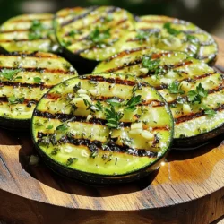 - 4 mittelgroße Zucchinis, in dicke Runden geschnitten - 3 Esslöffel Olivenöl - 2 Esslöffel frischer Zitronensaft - 1 Teelöffel Zitronenschale Zucchini ist der Star dieses Gerichts. Sie hat einen milden Geschmack und viele Nährstoffe. Die frische Zucchini ist knackig und bietet eine tolle Textur. Das Olivenöl bringt gesunde Fette und hilft, die Aromen zu verbinden. Der frische Zitronensaft und die Zitronenschale geben dem Gericht einen hellen, frischen Geschmack. Diese Kombination macht die Zucchini besonders lecker. - 2 Knoblauchzehen, fein gehackt - 1 Teelöffel getrockneter Oregano - 1 Teelöffel getrockneter Thymian - Salz und Pfeffer nach Geschmack Knoblauch bringt einen starken, herzhaften Geschmack. Oregano und Thymian fügen eine schöne Kräuternote hinzu. Diese Gewürze passen perfekt zur Zucchini und machen sie noch besser. Salz und Pfeffer sind wichtig, um die anderen Aromen hervorzubringen. - Frische Petersilie, gehackt zum Garnieren Frische Petersilie sieht nicht nur toll aus. Sie hat auch einen frischen Geschmack, der das Gericht abrundet. Wenn Sie die Zucchini mit Petersilie garnieren, wird sie noch appetitlicher. Ein wenig Farbe macht immer einen Unterschied auf dem Teller. - Marinade vorbereiten: Beginne mit einer großen Schüssel. Füge 3 Esslöffel Olivenöl, 2 Esslöffel Zitronensaft und 1 Teelöffel Zitronenschale hinzu. Gib 2 fein gehackte Knoblauchzehen, 1 Teelöffel getrockneten Oregano und 1 Teelöffel getrockneten Thymian dazu. Würze mit Salz und Pfeffer. Vermische alles gut. - Zucchini hinzufügen und vermengen: Schneide 4 mittelgroße Zucchinis in dicke Runden. Gib die Zucchinirunden in die Marinade und vermenge sie gut. Achte darauf, dass jede Scheibe gleichmäßig bedeckt ist. - Marinierzeit beachten: Lasse die Zucchini mindestens 30 Minuten marinieren. So nehmen sie die Aromen gut auf und schmecken intensiver. - Grill vorheizen: Heize deinen Grill auf mittelhohe Hitze vor. Ein heißer Grill sorgt für schöne Grillstreifen. - Gegrillte Zucchini wenden: Lege die marinierten Zucchinischeiben auf den Grill. Grill sie etwa 4-5 Minuten auf jeder Seite. Wende sie vorsichtig, damit sie nicht zerbrechen. - Grillzeiten und Perfektion: Die Zucchini sind fertig, wenn sie zart sind und schöne Grillstreifen zeigen. Überprüfe sie regelmäßig, um ein Anbrennen zu vermeiden. - Zucchini anrichten: Nimm die gegrillten Zucchini vom Grill. Lass sie kurz ruhen. Dann lege sie auf eine große Servierplatte. - Garnieren und Präsentationstipps: Bestreue die Zucchini mit frisch gehackter Petersilie. Du kannst sie auch mit zusätzlichem Zitronensaft und einem Hauch Meersalz beträufeln. Serviere sie auf einem Holzbrett für einen tollen Look. - Zugabe von zu viel Öl: Zu viel Öl macht die Zucchini fettig. Verwende nur die angegebene Menge von 3 Esslöffeln. So bleibt der Geschmack frisch und leicht. - Grilltemperatur regulieren: Achte darauf, dass der Grill auf mittelhohe Hitze ist. Ist er zu heiß, verbrennen die Zucchini schnell. Bei zu niedriger Hitze garen sie nicht gleichmäßig. - Zusätzliche Kräuter und Gewürze: Experimentiere mit frischen Kräutern wie Basilikum oder Schnittlauch. Ein Hauch von Chili gibt einen tollen Kick. - Varianten durch andere Gemüsesorten: Probiere auch Paprika oder Auberginen. Diese Gemüsesorten passen gut zu den Aromen der Marinade. - Servierplatten und Beilagenideen: Eine schöne Holzplatte macht das Gericht ansprechend. Du kannst die Zucchini auch mit einem frischen Salat oder Quinoa servieren. - Kombination mit anderen Gerichten: Gegrillte Zucchini passen gut zu Fisch oder Hühnchen. Sie sind auch ein köstlicher Zusatz in einem Sandwich oder Wrap. {{image_4}} Wenn Sie eine vegane Option möchten, können Sie das Öl ersetzen. Verwenden Sie zum Beispiel Apfelmus oder Avocado. Diese Alternativen geben Geschmack und Feuchtigkeit. Sie können auch mehr Gemüse hinzufügen. Paprika passt wunderbar zu Zucchini. Schneiden Sie sie in Streifen und grillen Sie sie zusammen. Für einen scharfen Kick fügen Sie Chiliflocken hinzu. Diese geben der Zucchini einen tollen Geschmack. Experimentieren Sie auch mit verschiedenen Kräutern. Basilikum, Rosmarin oder Dill können neue Aromen bringen. Mischen Sie die Kräuter, um Ihre eigene Mischung zu kreieren. Gegrillte Zucchini passen gut zu vielen Beilagen. Salate machen das Gericht frisch und leicht. Dip-Saucen wie Hummus oder Joghurt-Dip sind auch ideal. Sie ergänzen den Geschmack der Zucchini. Servieren Sie die Zucchini mit frischem Brot. Das macht das Essen noch besser und sättigender. Um Zitronenkräuter gegrillte Zucchini frisch zu halten, lagere sie im Kühlschrank. Der beste Ort dafür ist ein luftdichter Behälter. So bleiben sie länger knackig und voller Geschmack. Im Kühlschrank bleiben die Zucchinis etwa 3 bis 5 Tage frisch. Wenn du sie länger aufbewahren möchtest, ziehe das Einfrieren in Betracht. Wenn du die Zucchini aufwärmen möchtest, mache das vorsichtig. Die beste Methode ist, sie in einer Pfanne bei niedriger Hitze zu erhitzen. Du kannst auch die Mikrowelle verwenden, aber achte darauf, sie nicht zu lange zu erhitzen. So bleibt die Zucchini zart und lecker. Du kannst sie nach dem Aufwärmen mit frischen Kräutern oder einem Spritzer Zitronensaft verfeinern. Das Einfrieren von gegrillter Zucchini ist eine tolle Option. Lass die Zucchini zuerst abkühlen. Danach lege sie in einen luftdichten Behälter oder in Gefrierbeutel. So bleibt sie bis zu 3 Monate haltbar. Nach dem Auftauen kannst du die Zucchini in einer Pfanne erwärmen oder in eine Suppe geben. Vermeide es, sie erneut zu grillen, da sie dabei matschig werden kann. Die Zucchini sollte mindestens 30 Minuten marinieren. Dies gibt der Zucchini Zeit, die Aromen aufzunehmen. Eine längere Marinierzeit, bis zu zwei Stunden, kann den Geschmack noch verstärken. Achten Sie darauf, die Zucchini in der Marinade gut zu wenden. So wird jede Scheibe gleichmäßig gewürzt. Ja, Zucchini kann auch in einer Pfanne zubereitet werden. Hier ist eine einfache Schritt-für-Schritt-Anleitung: 1. Erhitzen Sie eine große Pfanne bei mittlerer Hitze. 2. Fügen Sie etwas Olivenöl hinzu, um die Pfanne leicht zu beschichten. 3. Legen Sie die marinierten Zucchinischeiben in die Pfanne. 4. Braten Sie sie etwa 4-5 Minuten pro Seite, bis sie zart sind. 5. Wenden Sie die Zucchini vorsichtig, um sie gleichmäßig zu garen. Gegrillte Zucchini passt gut zu vielen Gerichten. Hier sind einige Vorschläge: - Gegrilltes Hähnchen oder Fisch - Ein frischer grüner Salat - Couscous oder Quinoa als Beilage - Feta-Käse für einen salzigen Kick - Ein Spritzer frischer Zitronensaft für zusätzliche Frische Dieses Rezept für Zitronenkräuter gegrillte Zucchini stammt aus der Liebe zur mediterranen Küche. Die frischen Zutaten, wie Zitronensaft und Kräuter, bringen lebendige Aromen. Die Verwendung von Zucchini zeigt, wie vielseitig Gemüse sein kann. Ich habe die Aromen von Oregano und Thymian hinzugefügt, um den Geschmack zu intensivieren. Diese Kombination ist einfach und gibt jedem Gericht eine besondere Note. Gegrillte Zucchini ist einfach und lecker. Wir haben die besten Zutaten wie Zucchini, Olivenöl und frische Kräuter genutzt. Die Schritte zum Marinieren und Grillen sind leicht zu folgen. Außerdem gibt es viele Tipps, um den Geschmack zu verbessern und Fehler zu vermeiden. Variationen machen das Gericht spannend. Die richtige Aufbewahrung hilft, den Geschmack zu erhalten. Möchtest du etwas Gesundes und Einfaches? Probiere dieses Rezept aus und genieße es!