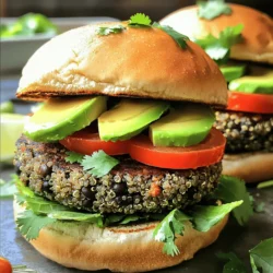 Für die Black Bean Quinoa Burger brauchst du diese Hauptzutaten: - 1 Tasse gekochte Quinoa - 1 Dose (425 g) schwarze Bohnen, gut abgespült und abgetropft - 1/2 Tasse Semmelbrösel (Vollkorn oder glutenfrei) - 1/4 Tasse fein gehackte rote Paprika - 1/4 Tasse fein gehackte rote Zwiebel - 2 Knoblauchzehen, gehackt - 1 Teelöffel Kreuzkümmel - 1 Teelöffel geräucherte Paprika - 1/2 Teelöffel Salz - 1/4 Teelöffel schwarzer Pfeffer - 1/4 Tasse frischer Koriander, gehackt - 1 großes Ei (oder einen Leinsamen-Ei für eine vegane Option) - Olivenöl, zum Braten Diese Zutaten vereinen sich zu einem leckeren und gesunden Burger. Die Quinoa bringt viele Nährstoffe mit. Die schwarzen Bohnen geben den Burgern eine tolle Textur und viel Geschmack. Jede Zutat hat ihre eigene Rolle im Burger. Wenn du keine Quinoa hast, kannst du auch Hirse oder Reis verwenden. Für die Semmelbrösel ist Hafermehl eine gute glutenfreie Option. Verwende, was du hast! Das Ei hilft, die Mischung zusammenzuhalten. Ein Leinsamen-Ei ist eine gute vegane Wahl. Mische einen Esslöffel Leinsamen mit drei Esslöffeln Wasser und lasse es kurz quellen. Die Toppings machen deinen Burger besonders. Hier sind einige tolle Ideen: - Avocadoscheiben - Frischer Salat - Tomatenscheiben - Deine Lieblings-Burger-Sauce Jedes Topping bringt neuen Geschmack. Probiere verschiedene Kombinationen aus. Die frischen Zutaten machen deinen Burger noch köstlicher. Beginne mit dem Kochen der Quinoa. Du brauchst eine Tasse gekochte Quinoa. Diese kannst du einfach mit Wasser kochen. Danach, öffne eine Dose schwarze Bohnen. Spüle sie gut ab und lasse sie abtropfen. Hacke auch die rote Paprika und die Zwiebel fein. Du benötigst jeweils 1/4 Tasse. Außerdem, hacke zwei Knoblauchzehen klein. Halte alle Zutaten bereit, um den Prozess zu erleichtern. Nimm eine große Rührschüssel. Zerdrücke die schwarzen Bohnen mit einer Gabel oder einem Kartoffelstampfer. Lass einige Stückchen für die Textur. Füge die gekochte Quinoa, Semmelbrösel, Paprika, Zwiebel, Knoblauch, Kreuzkümmel, geräucherte Paprika, Salz, Pfeffer und Koriander hinzu. Vermenge alles gut mit einem Löffel. Rühre ein großes Ei oder ein Leinsamen-Ei ein. Das hilft, die Mischung zusammenzuhalten. Wenn die Mischung zu feucht ist, füge mehr Semmelbrösel hinzu. Teile die Mischung in vier Portionen. Forme daraus Patties. Erhitze eine beschichtete Pfanne bei mittlerer Hitze. Gib einen Schuss Olivenöl in die Pfanne. Wenn das Öl heiß ist, lege die Patties vorsichtig hinein. Brate sie 5-7 Minuten auf jeder Seite. Sie sollten goldbraun werden. Nimm die Burger aus der Pfanne und lege sie auf einen Teller mit Küchenpapier. Das entfernt überschüssiges Öl. Jetzt kannst du die Burger auf Brötchen legen. Füge deine Lieblings-Toppings wie Avocado, Salat oder Tomaten hinzu. Um perfekte Burger zu machen, sind frische Zutaten wichtig. Achte darauf, die Bohnen gut abzuspülen. So werden sie weniger salzig. Zerdrücke die Bohnen grob, damit die Patties gut zusammenhalten. Wenn die Mischung zu feucht ist, füge mehr Semmelbrösel hinzu. Das hilft, die Patties fest zu machen. Brate sie bei mittlerer Hitze, damit sie gleichmäßig garen. Hier sind einige nützliche Geräte für diese Burger: - Große Rührschüssel - Gabel oder Kartoffelstampfer - Pfanne (beschichtet) - Spatel zum Wenden der Patties - Küchenpapier zum Abtropfen Diese Utensilien helfen dir, die Burger einfach und schnell zuzubereiten. Ein häufiger Fehler ist, die Bohnen zu fein zu zerdrücken. Das führt zu einer matschigen Mischung. Verwende auch nicht zu viel Öl beim Braten. Ein kleiner Schuss reicht aus. Wenn die Patties zerfallen, könnte die Mischung zu feucht sein. Füge mehr Semmelbrösel hinzu, um das Problem zu lösen. Wenn du diese Tipps beachtest, gelingen dir die Burger sicher! {{image_4}} Du kannst diesen Burger leicht vegan machen. Ersetze einfach das Ei durch ein Leinsamen-Ei. Mische einen Esslöffel Leinsamen mit drei Esslöffeln Wasser. Lass es fünf Minuten ruhen, bis es gelartig wird. So hält die Mischung gut zusammen. Um mehr Geschmack hinzuzufügen, probiere Zutaten wie Mais oder Jalapeños. Diese bringen eine süße oder scharfe Note. Du kannst auch Spinat oder Karotten reiben, um mehr Nährstoffe hinzuzufügen. Diese Zutaten passen gut zu den Bohnen und Quinoa. Wenn du glutenfrei essen möchtest, wähle glutenfreie Semmelbrösel. Diese gibt es in vielen Supermärkten. Du kannst auch Hafermehl verwenden, um die Burger zu binden. Achte darauf, dass alle anderen Zutaten ebenfalls glutenfrei sind. Um die Patties frisch zu halten, lege sie in einen luftdichten Behälter. Trenne die Schichten mit Backpapier. So bleibt die Textur gut. Wenn du sie länger aufbewahren willst, friere sie ein. Stelle sicher, dass sie gut verpackt sind, um Gefrierbrand zu vermeiden. Um die Burger perfekt wieder aufzuwärmen, nutze eine Pfanne oder den Ofen. In der Pfanne bei mittlerer Hitze erwärmen. Füge ein wenig Öl hinzu, damit sie knusprig werden. Im Ofen bei 180 Grad Celsius für etwa 10-15 Minuten aufwärmen. So bleiben sie saftig und lecker. Im Kühlschrank halten sich die Patties bis zu fünf Tage. Stelle sicher, dass sie gut abgedeckt sind. Im Gefrierschrank können sie bis zu drei Monate bleiben. Achte darauf, sie gut zu verpacken, damit sie frisch bleiben. Ein Black Bean Quinoa Burger hat etwa 200 Kalorien pro Portion. Das hängt von den Toppings ab. Wenn du Avocado oder Käse hinzufügst, steigt die Kalorienzahl. Diese Burger bieten eine gute Mischung aus Protein und Ballaststoffen. Ja, du kannst die Quinoa durch Hirse oder Reis ersetzen. Diese Alternativen sind auch nahrhaft. Wenn du etwas Glutenfreies suchst, ist Hirse eine gute Wahl. Achte darauf, dass du die Konsistenz anpasst, wenn du wechselst. Du kannst die Burger-Mischung bis zu 24 Stunden im Voraus zubereiten. Forme die Patties und lagere sie im Kühlschrank. Das hilft, die Aromen gut durchziehen zu lassen. Du kannst sie auch bis zu drei Monate einfrieren. Zu diesen Burgern passen viele Beilagen gut. Einige beliebte Optionen sind: - Süßkartoffelpommes - Grüner Salat - Gegrilltes Gemüse - Quinoa-Salat Diese Beilagen ergänzen den Geschmack der Burger wunderbar. Du hast jetzt alles, was du für Black Bean Quinoa Burger brauchst. Wir haben die Zutaten, die Zubereitung und wertvolle Tipps durchgegangen. Achte darauf, die richtigen Mengen zu wählen und experimentiere mit Toppings. Denke daran, Fehler zu vermeiden, um perfekte Patties zu machen. Auch die Lagerung und Wiedererwärmung sind wichtig für den Geschmack. Die Variationen bieten dir viele Optionen. Probiere deine eigenen Ideen aus! Diese Burger sind gesund und lecker, während sie einfach zuzubereiten sind. Viel Spaß beim Kochen!