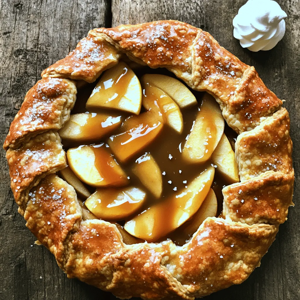 Für die salzige Karamell-Apfel-Galette brauchst du: - 2 große Äpfel (z.B. Granny Smith und Honeycrisp), geschält und in Scheiben geschnitten - 1 Esslöffel Zitronensaft - 60 g Kristallzucker - 1/2 Teelöffel Zimt - 1/4 Teelöffel Muskatnuss - 1 Esslöffel Maisstärke - 1 Blätterteig (fertig gekauft oder selbstgemacht) - 120 ml gesalzenen Karamellsoße (fertig oder selbstgemacht) - 1 Ei, geschlagen (zum Bestreichen) - Grobes Meersalz zum Bestreuen - Optional: Schlagsahne oder Vanilleeis zum Servieren Frische Zutaten machen den besten Geschmack. Wähle Äpfel, die fest und knackig sind. Granny Smith bringt eine gute Säure. Honeycrisp ist süß und saftig. Achte darauf, dass der Blätterteig kalt ist. So bleibt er knusprig. Wenn du auf Zucker verzichten möchtest, probiere einen Zuckeraustausch. Verwende zum Beispiel Stevia oder Erythrit. Für eine glutenfreie Version nutze glutenfreien Blätterteig. Veganer können das Ei durch Pflanzendrink ersetzen. Die Karamellsoße kann auch ohne Milchprodukte gemacht werden. Zuerst wählst du die besten Äpfel. Ich empfehle Granny Smith und Honeycrisp. Sie geben den perfekten Mix aus Süße und Säure. Schäle die Äpfel und schneide sie in dünne Scheiben. Gib die Apfelscheiben in eine große Schüssel. Füge 1 Esslöffel Zitronensaft hinzu, um die Äpfel frisch zu halten. Dann kommen 60 g Kristallzucker, 1/2 Teelöffel Zimt, 1/4 Teelöffel Muskatnuss und 1 Esslöffel Maisstärke dazu. Mische alles gut, damit die Gewürze gleichmäßig verteilt sind. Lass die Mischung etwa 10-15 Minuten stehen. So können die Äpfel ihren Saft abgeben. Heize deinen Ofen auf 200°C vor. Während der Ofen aufheizt, nimm den Blätterteig. Du kannst fertigen Blätterteig verwenden oder selbstgemachten. Rolle den Teig auf einem Backblech aus. Achte darauf, dass der Teig einen Durchmesser von etwa 30 cm hat. Das macht die Galette groß genug für die Füllung. Jetzt kommt der spannende Teil! Gib die Apfelmischung in die Mitte des Teigs. Lass einen Rand von etwa 5 cm frei. Träufle die Hälfte der gesalzenen Karamellsoße gleichmäßig über die Äpfel. Jetzt falte die Ränder des Teigs über die Äpfel. Achte darauf, kleine Falten zu bilden, um eine rustikale Kante zu schaffen. Bestreiche die Ränder mit geschlagenem Ei, damit sie schön goldbraun werden. Gieße die restliche Karamellsoße über die freigelegten Äpfel. Zum Schluss streue eine Prise grobes Meersalz über die gesamte Galette. Backe sie 25-30 Minuten lang, bis der Teig goldbraun ist und die Äpfel weich sind. Um die perfekte Galette zu backen, achte auf die Apfelvorbereitung. Schneide die Äpfel gleichmäßig. So garen sie gleichmäßig. Lass die Mischung mit Zucker und Gewürzen gut ziehen. Das gibt den Äpfeln Zeit, ihren Saft abzugeben. Wenn du die Äpfel zu früh in den Teig legst, wird die Galette matschig. Der Ofen sollte auf 200°C vorgeheizt sein. Backe die Galette für 25 bis 30 Minuten. Achte darauf, dass der Teig goldbraun wird. Wenn die Ränder zu schnell bräunen, decke sie mit Alufolie ab. So bleibt der Teig knusprig, ohne zu verbrennen. Verwende ein Backblech mit Backpapier. Das hilft, die Galette einfach zu lösen. Ein scharfes Messer ist ideal, um die Äpfel gleichmäßig zu schneiden. Ein Pinsel hilft beim Bestreichen des Teigrands mit Ei. Das sorgt für eine schöne Farbe. Halte alle Utensilien bereit, bevor du beginnst. So bleibt der Prozess reibungslos und spaßig. {{image_4}} Du kannst viele verschiedene Obstsorten für deine Galette nutzen. Äpfel sind toll, aber Birnen oder Pflaumen sind auch lecker. Diese Früchte haben ähnliche Texturen und ergänzen sich gut mit Karamell. Schneide sie in Scheiben und folge einfach dem Rezept. Du wirst überrascht sein, wie die Aromen zusammenkommen. Wenn du eine vegane Variante machen möchtest, gibt es einfache Anpassungen. Ersetze den Blätterteig durch einen veganen Teig. Du kannst auch das Ei durch Pflanzenmilch oder eine Mischung aus Leinsamen und Wasser ersetzen. Die gesalzene Karamellsoße kann mit Kokosmilch hergestellt werden. Das gibt einen tollen Geschmack und bleibt vegan. Fühle dich frei, mit verschiedenen Gewürzen zu experimentieren. Vanilleextrakt kann einen schönen Touch geben. Auch ein Hauch von Ingwer oder Muskatnuss bringt neue Geschmäcker. Denk daran, die Aromen gut abzustimmen. Zu viel kann überwältigend sein, aber die richtigen Kombinationen machen deine Galette einzigartig und besonders. Um die Galette frisch zu halten, lasse sie zuerst abkühlen. Danach wickelst du sie in Frischhaltefolie. Lege die Galette in einen luftdichten Behälter. So bleibt der Teig knusprig und die Äpfel frisch. Lagere sie bei Raumtemperatur für bis zu zwei Tage. Wenn du sie länger aufbewahren möchtest, lege sie in den Kühlschrank. Um die Galette wieder aufzuwärmen, heize den Ofen auf 180°C vor. Lege die Galette auf ein Backblech. Wärm sie für etwa 10 bis 15 Minuten. So wird der Teig wieder knusprig. Du kannst auch die Mikrowelle nutzen, aber dann wird der Teig weich. Wenn du es eilig hast, ist die Mikrowelle eine schnelle Lösung. Im Kühlschrank hält die Galette bis zu vier Tage. Wenn du sie einfrieren möchtest, schneide sie in Stücke. Wickel die Stücke einzeln in Frischhaltefolie und lege sie in einen Gefrierbeutel. So bleibt sie bis zu drei Monate frisch. Achte darauf, die Luft aus dem Beutel zu drücken. Wenn du die Galette aufwärmen möchtest, tau sie einfach über Nacht im Kühlschrank auf, bevor du sie im Ofen erhitzt. Um gesalzene Karamellsoße selbst zu machen, brauchst du nur einige einfache Zutaten. Du benötigst: - 200 g Zucker - 90 ml Wasser - 120 ml Sahne - 1 Teelöffel grobes Meersalz - 30 g Butter 1. Mische den Zucker und das Wasser in einem Topf. 2. Erhitze die Mischung bei mittlerer Hitze, bis der Zucker schmilzt. 3. Lass es köcheln, bis die Mischung goldbraun ist. 4. Nimm den Topf vom Herd und füge die Sahne vorsichtig hinzu. 5. Rühre die Butter und das Meersalz ein. 6. Lass die Soße abkühlen und genieße sie! Ja, du kannst die Galette im Voraus zubereiten. Bereite die Füllung und den Teig einen Tag vorher vor. Bewahre beides im Kühlschrank auf. Am nächsten Tag rolle den Teig aus und fülle ihn mit den Äpfeln. Backe die Galette frisch, um die beste Textur zu erhalten. So hast du weniger Stress am Backtag! Die Galette schmeckt toll mit verschiedenen Beilagen. Hier sind einige Ideen: - Schlagsahne - Vanilleeis - Joghurt - Eine Prise Zimt - Frische Nüsse Diese Beilagen bringen zusätzlichen Geschmack und Textur. Probiere verschiedene Kombinationen aus und finde deinen Favoriten! Die Galette ist ein einfacher und leckerer Genuss. Wir haben alle notwendigen Zutaten, von frischen Äpfeln bis zu Alternativen für spezielle Diäten, besprochen. Die Schritt-für-Schritt-Anleitung macht das Backen leicht. Tipps zu Fehlervermeidung und der optimalen Backzeit helfen, gute Ergebnisse zu erzielen. Variationen mit anderen Früchten und Aromen machen den Genuss vielfältiger. Schließlich wissen Sie nun, wie man die Galette richtig lagert. Genießen Sie das Backen und die köstlichen Ergebnisse!