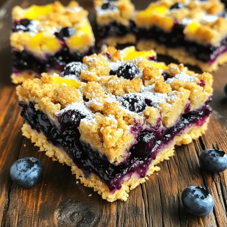 - 2 Tassen zarte Haferflocken - 1 Tasse Vollkornmehl - 1 Tasse brauner Zucker - 1 Teelöffel Backpulver - 1/2 Teelöffel Salz - 1 Teelöffel Zimt - 1/2 Tasse ungesalzene Butter - 1 Tasse frische Heidelbeeren - 2 Esslöffel Zitronensaft - 2 Esslöffel Honig oder Ahornsirup Für die Heidelbeer Haferflocken Krümelriegel brauchen Sie frische und einfache Zutaten. Ich verwende zarte Haferflocken. Sie geben den Riegeln eine schöne Textur. Vollkornmehl sorgt für einen nussigen Geschmack. Brauner Zucker fügt Süße und Feuchtigkeit hinzu. Das Backpulver lässt die Riegel schön aufgehen. Salz bringt den Geschmack hervor. Zimt gibt den Riegeln eine warme Note. Ungesalzene Butter macht die Mischung reichhaltig und cremig. Frische Heidelbeeren bieten einen fruchtigen, saftigen Biss. Zitronensaft hebt den Geschmack der Heidelbeeren hervor. Honig oder Ahornsirup süßen die Füllung. Diese Zutaten sind einfach zu finden und machen den Riegel lecker. Achten Sie darauf, frische Heidelbeeren zu wählen. Sie schmecken am besten und bringen Farbe. Heize deinen Ofen auf 175°C vor. Das sorgt für eine gleichmäßige Wärme. Fette eine 23x23 cm große Backform ein oder lege sie mit Backpapier aus. Das macht das Herausnehmen der Riegel leichter. In einer großen Schüssel vermenge die Haferflocken, das Vollkornmehl, den braunen Zucker, das Backpulver, das Salz und den Zimt. Rühre gut um, damit alles gleichmäßig verteilt ist. Gieße dann die geschmolzene Butter hinzu. Mische, bis die Mischung grobe Krümel hat. Bewahre etwa eine Tasse dieser Mischung für die obere Schicht auf. Nimm eine separate Schüssel und füge die Heidelbeeren, den Zitronensaft und den Honig hinzu. Vermenge alles vorsichtig. Achte darauf, dass die Heidelbeeren gleichmäßig mit der Mischung bedeckt sind. Drucke die Hälfte der Hafermischung fest am Boden der Backform. Dies bildet eine feste Basis. Verteile dann die Heidelbeermischung gleichmäßig über die Haferbasis. Brösel die aufbewahrte Hafermischung darüber. So entsteht eine leckere Krümelschicht oben. Backe die Riegel im vorgeheizten Ofen für 30-35 Minuten. Die oberste Schicht sollte goldbraun sein und die Heidelbeeren blubbern. Nimm die Riegel aus dem Ofen und lasse sie mindestens 15 Minuten abkühlen, bevor du sie in Riegel schneidest. - Wichtige Hinweise zur Backtemperatur: Heizen Sie den Ofen auf 175°C vor. Diese Temperatur sorgt für ein gleichmäßiges Backen. Zu hohe Temperaturen können die Riegel außen verbrennen, während sie innen noch roh bleiben. - Die richtigen Backzeiten erkennen: Backen Sie die Riegel etwa 30-35 Minuten. Achten Sie darauf, dass die oberste Schicht goldbraun ist und die Heidelbeeren blubbern. Wenn die Riegel zu früh herauskommen, können sie bröckelig werden. - Verwendung von anderen Früchten: Sie können auch andere Früchte verwenden. Himbeeren, Erdbeeren oder Äpfel sind tolle Alternativen. Diese Früchte bringen unterschiedliche Aromen und Texturen in die Riegel. - Alternative Süßungsmittel ausprobieren: Statt braunem Zucker können Sie Honig oder Agavendicksaft nutzen. Diese Süßungsmittel bieten eine andere Süße und können den Geschmack verändern. - Serviervorschläge für eine ansprechende Präsentation: Servieren Sie die Riegel warm. Ein wenig Puderzucker obendrauf sieht toll aus. Sie können auch einen Klecks griechischen Joghurt dazugeben. Das bringt eine frische Note und macht die Riegel noch leckerer. {{image_4}} Lagern Sie die Heidelbeer Haferflocken Krümelriegel bei Raumtemperatur oder im Kühlschrank. Bei Zimmertemperatur bleiben sie frisch. Stellen Sie sie in einen luftdichten Behälter. So vermeiden Sie, dass sie trocken werden. Im Kühlschrank bleiben die Riegel länger frisch. Der Kühlschrank kann die Textur jedoch leicht verändern. Die Riegel sind bei Raumtemperatur etwa 3 bis 4 Tage haltbar. Im Kühlschrank halten sie bis zu einer Woche. Um die Frische zu verlängern, verwenden Sie einen luftdichten Behälter. Fügen Sie ein Stück Brot hinzu. Das hält die Riegel weich. Vermeiden Sie, sie zu lange stehen zu lassen. So bleibt der Geschmack frisch und lecker. Einfrieren ist eine tolle Option. Lassen Sie die Riegel zuerst vollständig abkühlen. Schneiden Sie sie dann in Stücke. Wickeln Sie jedes Stück in Frischhaltefolie. Legen Sie die Riegel in einen gefrierfesten Beutel. So bleiben sie bis zu 3 Monate frisch. Zum Auftauen legen Sie die Riegel einfach in den Kühlschrank. Lassen Sie sie über Nacht auftauen. Sie können sie auch kurz in die Mikrowelle geben. So sind sie schnell wieder warm und lecker. Für eine glutenfreie Variante der Heidelbeer Haferflocken Krümelriegel, ersetzen Sie das Vollkornmehl mit glutenfreiem Mehl. Achten Sie darauf, dass die Haferflocken auch als glutenfrei gekennzeichnet sind. Diese einfachen Anpassungen machen Ihre Riegel sicher für glutenempfindliche Personen. Um die Riegel vegan zu machen, ersetzen Sie die Butter durch Kokosöl oder eine pflanzliche Margarine. Für die Süße verwenden Sie Ahornsirup anstelle von Honig. Diese kleinen Änderungen halten den Geschmack groß und die Riegel bleiben köstlich. Sie können die Riegel ganz einfach anpassen. Fügen Sie Nüsse wie Mandeln oder Walnüsse hinzu, um mehr Crunch zu bieten. Für Schokoladenliebhaber ist es toll, Schokoladenstückchen unter die Heidelbeeren zu mischen. Diese Variationen bringen neue Geschmäcker und Texturen in Ihre Riegel! Heidelbeer Haferflocken Krümelriegel sind bei richtiger Lagerung bis zu einer Woche haltbar. Bewahre sie in einem luftdichten Behälter auf. So bleiben sie frisch und lecker. Wenn du sie länger aufbewahren möchtest, friere sie ein. So halten sie bis zu drei Monate. Ja, du kannst gefrorene Heidelbeeren verwenden. Lass sie vorher auftauen und abtropfen. So wird die Mischung nicht zu feucht. Gefrorene Früchte sind eine tolle Option, wenn frische Heidelbeeren nicht verfügbar sind. Um zu verhindern, dass die Riegel auseinanderfallen, drücke die Hafermischung gut in die Form. Verwende auch etwas weniger Obst, um die Mischung stabiler zu machen. Lass die Riegel nach dem Backen vollständig abkühlen. So setzen sie sich besser. Jeder Riegel hat etwa 150 Kalorien. Die Riegel enthalten auch Ballaststoffe und einige gesunde Fette. Sie sind eine gute Quelle für Energie und Geschmack. Wenn du die genauen Nährwerte benötigst, schau dir die Zutaten genau an. Die Heidelbeer-Haferflocken-Riegel sind einfach zuzubereiten und lecker. Wir haben die Zutaten und den Backprozess detailliert beschrieben. Außerdem gab es Tipps für die besten Ergebnisse und Variationen für jeden Geschmack. Denke daran, Riegel gut zu lagern und verschiedene Früchte auszuprobieren. Diese Riegel sind eine gesunde Snack-Option und lassen sich gut anpassen. Probiere es aus und genieße deine selbstgemachten Leckerbissen!