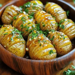 Für dieses leckere Rezept brauchen Sie: - 4 mittelgroße Russet-Kartoffeln - 4 Esslöffel ungesalzene Butter, geschmolzen - 2 Esslöffel Honig - 4 Knoblauchzehen, fein gehackt - 1 Teelöffel frischer Rosmarin, fein gehackt - 1 Teelöffel frische Thymianblätter - Salz und Pfeffer nach Geschmack - Gehackte Petersilie zum Garnieren Diese Zutaten bringen einen tollen Geschmack in die Kartoffeln. Die Kombination von Butter, Honig und Knoblauch macht die Kartoffeln besonders lecker. Wenn Sie keine Russet-Kartoffeln haben, probieren Sie festkochende Kartoffeln. Sie halten die Form gut. Statt ungesalzener Butter können Sie auch pflanzliche Butter verwenden. Wenn Sie keinen Honig haben, verwenden Sie Agavendicksaft für eine vegane Option. Für den Knoblauch können Sie auch Knoblauchpulver nehmen. Wählen Sie Kartoffeln, die fest und frei von Druckstellen sind. Achten Sie darauf, dass die Schale glatt ist. Große Kartoffeln lassen sich besser schneiden und füllen. Suchen Sie nach Kartoffeln, die gleichmäßig in der Größe sind, um ein gleichmäßiges Garen zu gewährleisten. Wenn Sie die richtigen Kartoffeln wählen, wird Ihr Gericht noch besser. Heize deinen Ofen auf 220 °C vor. Dies sorgt für eine knusprige Außenseite. Wasche die Kartoffeln gut. Schrubbe sie, um Schmutz zu entfernen. Trockne sie mit einem Handtuch ab. Nimm eine Kartoffel und lege sie auf ein Schneidebrett. Benutze ein scharfes Messer. Schneide die Kartoffel in dünne Scheiben, etwa 0,5 cm dick. Achte darauf, dass der Boden ganz bleibt. So bleibt die Kartoffel zusammen. Wiederhole dies mit allen Kartoffeln. In einer kleinen Schüssel vermische die geschmolzene Butter mit Honig. Füge den fein gehackten Knoblauch hinzu. Dann gib den Rosmarin und die Thymianblätter dazu. Rühre alles gut um, bis es gleichmäßig ist. Lege die Kartoffeln auf ein Backblech mit Backpapier. Bestreiche jede Kartoffel mit der Honig-Knoblauch-Butter-Mischung. Achte darauf, dass die Mischung in die Einschnitte gelangt. Streue nach Geschmack Salz und Pfeffer darüber. Backe die Kartoffeln 45-50 Minuten im Ofen. Bestreiche sie während des Backens erneut mit der Mischung. Wenn sie zart und knusprig sind, sind sie fertig. Nimm sie aus dem Ofen und träufle die restliche Mischung darüber. Garniere die Kartoffeln mit gehackter Petersilie, bevor du sie servierst. Um knusprige Hasselback-Kartoffeln zu bekommen, ist die Schnitttechnik wichtig. Machen Sie dünne Schnitte, die etwa 0,5 cm auseinanderliegen. Lassen Sie den Boden ganz, damit die Kartoffel nicht auseinanderfällt. Backen Sie die Kartoffeln bei hoher Temperatur. So wird die Haut schnell knusprig. Ein weiterer Trick ist das Bestreichen mit der Honig-Knoblauch-Butter während des Backens. Dies hilft, die Oberfläche zu bräunen und knusprig zu machen. Bestreichen Sie die Kartoffeln in der Mitte der Backzeit. Nach 20 Minuten sollten Sie die erste Schicht Honig-Knoblauch-Butter auftragen. Dies gibt den Kartoffeln zusätzlichen Geschmack und macht sie schön glänzend. Geben Sie dann nach weiteren 15 Minuten einen zweiten Anstrich. Dies sorgt dafür, dass die Aromen gut in die Schnitte eindringen und die Kartoffeln zart bleiben. Um die Aromen zu variieren, können Sie verschiedene Kräuter oder Gewürze verwenden. Basilikum oder Oregano sind tolle Alternativen zum Rosmarin und Thymian. Fügen Sie auch etwas Paprika hinzu, um eine rauchige Note zu erhalten. Wenn Sie es schärfer mögen, probieren Sie eine Prise Cayennepfeffer. So wird jede Version der Hasselback-Kartoffeln einzigartig und spannend. {{image_4}} Wenn Sie eine vegane Option suchen, können Sie Honig durch Ahornsirup ersetzen. Ahornsirup hat einen ähnlichen süßen Geschmack. Er passt gut zu Knoblauch und Butter. Verwenden Sie die gleiche Menge wie im Rezept angegeben. So bleibt der süße und herzliche Geschmack erhalten. Fügen Sie verschiedene Gewürze hinzu, um neue Geschmäcker zu entdecken. Zum Beispiel können Sie Paprika oder Kreuzkümmel verwenden. Diese Gewürze verleihen den Kartoffeln einen warmen, reichen Geschmack. Auch ein Schuss Chili-Flocken bringt eine angenehme Schärfe. Experimentieren Sie mit Ihren Lieblingsgewürzen, um die perfekte Mischung zu finden. Sie können diese Kartoffeln auch auf dem Grill zubereiten. Grillen gibt den Kartoffeln einen rauchigen Geschmack. Schneiden Sie die Kartoffeln wie im Rezept und bereiten Sie die Honig-Knoblauch-Butter vor. Wickeln Sie die Kartoffeln in Alufolie und grillen Sie sie etwa 30-40 Minuten. Die Backmethode ist jedoch einfacher und liefert gleichmäßig gegarte Kartoffeln. Wählen Sie die Methode, die Ihnen am besten gefällt. Um übrig gebliebene Hasselback-Kartoffeln frisch zu halten, lassen Sie sie zuerst abkühlen. Wickeln Sie die Kartoffeln dann in Frischhaltefolie ein oder legen Sie sie in einen luftdichten Behälter. So bleiben sie für bis zu drei Tage im Kühlschrank gut. Vermeiden Sie es, sie bei Raumtemperatur zu lagern, da sie schnell verderben können. Wenn Sie die Kartoffeln wieder aufwärmen wollen, nutzen Sie den Ofen. Heizen Sie ihn auf 180 °C vor. Legen Sie die Kartoffeln auf ein Backblech und decken Sie sie mit Folie ab, damit sie nicht austrocknen. Erwärmen Sie sie für etwa 15 bis 20 Minuten, bis sie durchgehend warm sind. Für eine knusprige Oberfläche können Sie die Folie in den letzten fünf Minuten entfernen. Die frischen Zutaten für Ihre Hasselback-Kartoffeln sollten ebenfalls richtig gelagert werden. Kartoffeln können an einem kühlen, dunklen Ort bis zu zwei Wochen halten. Knoblauch und Kräuter sind am besten, wenn sie frisch sind, sollten aber auch in einem luftdichten Behälter im Kühlschrank gelagert werden. Butter bleibt im Kühlschrank bis zu einem Monat frisch. Hasselback-Kartoffeln brauchen etwa 45 bis 50 Minuten im Ofen. Die genaue Zeit hängt von der Größe der Kartoffeln ab. Achte darauf, dass sie goldbraun und knusprig sind. Wenn du sie während des Backens einmal mit der Honig-Knoblauch-Butter bestreichst, wird der Geschmack noch besser. Ja, du kannst viele Kräuter verwenden! Frischer Oregano oder Basilikum passen gut. Auch Schnittlauch gibt einen tollen Geschmack. Probiere verschiedene Kombinationen aus, um deine perfekte Mischung zu finden. Achte darauf, frische Kräuter zu wählen, da sie mehr Aroma bieten. Wenn du wenig Zeit hast, kannst du die Kartoffeln auch früher vorbereiten. Wasche und schneide sie, dann lege sie in ein kaltes Wasserbad. So bleiben sie frisch und oxidieren nicht. Du kannst die Honig-Knoblauch-Butter auch im Voraus zubereiten. Das spart Zeit, wenn du bereit bist zu backen! Hasselback-Kartoffeln mit Honig-Knoblauch-Butter bieten Geschmack und Vielfalt. Wir haben die besten Zutaten und Alternativen besprochen. Die Schritt-für-Schritt-Anleitung führt dich durch jede Phase. Mit einfachen Tipps erzielst du knusprige Ergebnisse. Variationen und Lagerungshinweise helfen dir, mehr aus deinem Gericht herauszuholen. Probier neue Aromen und Varianten aus, um deinem Gericht einen neuen Twist zu geben. Viel Spaß beim Kochen und Genießen!