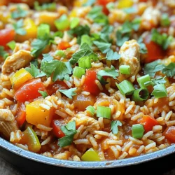 - 450 g Hähnchenbrust, gewürfelt - 200 g Langkornreis - 1 Dose (400 g) gewürfelte Tomaten (mit Saft) - 500 ml Hühnerbrühe Die Hauptzutaten sind einfach zu finden. Die Hähnchenbrust gibt dem Gericht Protein. Langkornreis sorgt für die Füllung. Gewürfelte Tomaten bringen Saftigkeit und Geschmack. Hühnerbrühe gibt dem Gericht Tiefe und Aroma. - 2 Esslöffel Cajun-Gewürzmischung - 1 Esslöffel Olivenöl - 1 Teelöffel getrockneter Thymian - 1 Teelöffel Paprika - 1/2 Teelöffel Cayennepfeffer (nach Geschmack anpassen) Die Cajun-Gewürzmischung bringt die Würze. Olivenöl ist perfekt zum Anbraten. Thymian und Paprika fügen zusätzliche Aromen hinzu. Cayennepfeffer kann das Gericht schärfer machen. Passen Sie die Menge nach Ihrem Geschmack an. - 2 Frühlingszwiebeln, gehackt - Frische Petersilie, gehackt Garnierungen machen das Gericht schön. Frühlingszwiebeln geben Frische. Petersilie bringt Farbe und Geschmack. Diese Zutaten machen das Essen appetitlicher und lebendiger. Sie sind der letzte Schliff, der Ihr Gericht perfekt macht. Zuerst bereiten Sie das Hähnchen vor. Schneiden Sie die Hähnchenbrust in kleine Würfel. Würzen Sie das Hähnchen mit Salz, Pfeffer und der Hälfte der Cajun-Gewürzmischung. Das gibt dem Hähnchen einen tollen Geschmack. Erhitzen Sie das Olivenöl in einer großen Pfanne. Fügen Sie das gewürzte Hähnchen hinzu und braten Sie es für 5 bis 7 Minuten an. Es sollte schön gebräunt und durchgegart sein. Nehmen Sie das Hähnchen aus der Pfanne und stellen Sie es beiseite. Jetzt kommt das Gemüse. Nehmen Sie die gehackte Zwiebel, die gewürfelte Paprika und den feingehackten Knoblauch. Geben Sie das Gemüse in die gleiche Pfanne. Braten Sie es für 3 bis 4 Minuten an. Es sollte weich und duftend sein. Achten Sie darauf, die Hitze nicht zu hoch zu stellen, damit das Gemüse nicht anbrennt. Jetzt ist es Zeit für den Reis. Fügen Sie den Langkornreis in die Pfanne hinzu. Rühren Sie ihn gut um, damit er die Aromen aufnimmt. Fügen Sie die restliche Cajun-Gewürzmischung, Thymian, Paprika und Cayennepfeffer hinzu. Rösten Sie den Reis für 2 Minuten unter häufigem Rühren. Dies hilft, den Geschmack noch besser zu entfalten. Jetzt fügen Sie die gewürfelten Tomaten mit ihrem Saft und die Hühnerbrühe hinzu. Rühren Sie alles gut um und bringen Sie die Mischung zum Kochen. Geben Sie das angebratene Hähnchen zurück in die Pfanne. Reduzieren Sie die Hitze auf niedrig und decken Sie die Pfanne ab. Lassen Sie das Gericht für etwa 20 Minuten köcheln. Überprüfen Sie ab und zu, dass der Reis nicht am Boden der Pfanne kleben bleibt. Nach dem Kochen nehmen Sie die Pfanne vom Herd. Lassen Sie das Gericht mit Deckel für 5 Minuten ruhen. Lockern Sie den Reis mit einer Gabel. Passen Sie die Gewürze nach Ihrem Geschmack an. - Anbrennen des Reises: Um anzubrennen zu vermeiden, rühre oft um. Achte darauf, dass du die Hitze nicht zu hoch stellst. Ein abgedeckter Topf hilft, die Feuchtigkeit zu halten. - Ungleichmäßige Garzeit des Hähnchens: Schneide das Hähnchen in gleich große Stücke. So garen sie gleichmäßig. Achte darauf, das Hähnchen gut anzubraten, bis es goldbraun ist. - Verwendung von frischen Zutaten: Frisches Gemüse steigert den Geschmack. Kaufe die Zutaten lokal, wenn möglich. Frische Kräuter bringen mehr Aroma. - Richtiges Rühren und Abdecken: Rühre gut, wenn du die Flüssigkeiten hinzufügst. Decke die Pfanne nach dem Kochen ab, damit der Dampf den Reis gart. - Wie man den Cayennepfeffer anpasst: Beginne mit einer kleinen Menge. Füge mehr hinzu, wenn du mehr Schärfe magst. Taste dich langsam heran, so bleibt das Gericht ausgewogen. - Verwendung von zusätzlichem Gemüse: Du kannst Zucchini oder Erbsen hinzufügen. Sie bringen Farbe und Nährstoffe. Achte darauf, dass sie in der gleichen Zeit garen, um die Textur zu wahren. {{image_4}} Möchtest du das Rezept anpassen? Du kannst Pute anstelle von Hähnchen verwenden. Pute hat einen ähnlichen Geschmack und bleibt saftig. Wenn du eine pflanzliche Option suchst, probiere Tofu. Tofu nimmt die Aromen gut auf und sorgt für eine tolle Textur. Eine weitere spannende Idee sind Meeresfrüchte. Garnelen oder Muscheln bringen einen frischen Geschmack. Achte darauf, sie am Ende hinzuzufügen, damit sie nicht übergaren. Gemüse bringt Farbe und Nährstoffe in dein Gericht. Füge Paprika, Zucchini oder Spinat hinzu. Diese Gemüsesorten sind schnell gar und passen gut zu den Gewürzen. Wenn du eine vegane Variante machen möchtest, kannst du das Hähnchen durch mehr Gemüse ersetzen. Erbsen oder Karotten sind auch tolle Ergänzungen. So bleibt das Gericht gesund und lecker. Der Reis ist eine wichtige Zutat in diesem Gericht. Du kannst aromatisierten Reis verwenden, um den Geschmack zu verbessern. Reis mit Kräutern oder Gemüse kann eine schöne Wahl sein. Alternativen wie Quinoa oder Blumenkohlreis sind ebenfalls möglich. Quinoa ist proteinreich und gibt dir mehr Nährstoffe. Blumenkohlreis ist leicht und perfekt für eine kohlenhydratarme Diät. Egal für welche Variation du dich entscheidest, das Gericht bleibt lecker und einfach zuzubereiten! Bewahren Sie das Cajun Chicken Rice Skillet in einem luftdichten Behälter auf. Es bleibt bis zu 3 Tage frisch. Gute Behälter sind Glas- oder Kunststoffbehälter mit Deckel. Lassen Sie das Gericht vor dem Lagern abkühlen. Sie können das Gericht auch einfrieren. Teilen Sie es in Portionen auf. Verwenden Sie gefrierfeste Behälter oder Beutel. So bleibt der Geschmack bis zu 3 Monate erhalten. Beschriften Sie die Behälter mit Datum und Inhalt. Um das Gericht wieder aufzuwärmen, verwenden Sie eine Pfanne oder die Mikrowelle. Bei der Pfanne erhitzen Sie es bei mittlerer Hitze. Fügen Sie etwas Hühnerbrühe hinzu, damit es nicht austrocknet. In der Mikrowelle erhitzen Sie es in Intervallen von 1-2 Minuten. Rühren Sie zwischendurch um, damit es gleichmäßig warm wird. Die Zubereitung dauert insgesamt etwa 40 Minuten. Die Vorbereitungszeit beträgt 10 Minuten. Sie benötigen dann 30 Minuten zum Kochen. Dies ist schnell und einfach, ideal für ein Abendessen unter der Woche. Ja, Sie können die Cajun-Gewürzmischung nach Ihrem Geschmack anpassen. Mögen Sie es schärfer? Fügen Sie mehr Cayennepfeffer hinzu. Wenn Sie es milder wollen, reduzieren Sie die Menge. Experimentieren Sie mit anderen Gewürzen wie Kreuzkümmel oder Oregano, um neue Aromen zu entdecken. Ja, das Rezept lässt sich leicht anpassen. Für zwei Portionen halbieren Sie einfach alle Zutaten. Achten Sie darauf, die Kochzeit im Auge zu behalten. Prüfen Sie den Reis, ob er gar ist, da er schneller kochen kann. Dieses Rezept bietet eine einfache Anleitung für ein leckeres Cajun-Hähnchen mit Reis. Wir haben die Hauptzutaten wie Hähnchenbrust und Langkornreis hervorgehoben. Gewürze und die richtige Kochtechnik sind entscheidend. Denken Sie daran, häufige Fehler zu vermeiden, um die besten Ergebnisse zu erzielen. Variationen ermöglichen tolle Anpassungen für jeden Geschmack. Probieren Sie verschiedene Proteine oder Gemüse aus! Mit den richtigen Tipps bleibt Ihr Gericht frisch. Halten Sie diese Informationen im Hinterkopf, wenn Sie das nächste Mal kochen. Machen Sie Ihr Essen zu einem Erfolg!