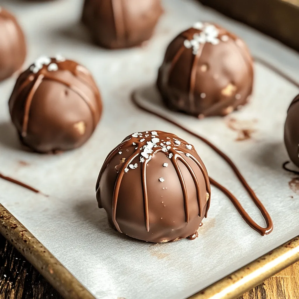 Um köstliche Chocolate Chip Cookie Dough Truffles zu machen, brauchen wir folgende Zutaten: - 1 Tasse Weizenmehl - 1/2 Teelöffel Natron - 1/4 Teelöffel Salz - 1/2 Tasse ungesalzene Butter, weichgestellt - 1/2 Tasse brauner Zucker, fest gepackt - 1/4 Tasse Kristallzucker - 1 Teelöffel Vanilleextrakt - 1 Tasse halbsüße Schokoladenstückchen - 1/4 Tasse Milch (nach Bedarf anpassen für die Konsistenz) - 225 Gramm Zartbitterschokolade, zum Überziehen - Meersalz, zum Garnieren (optional) Jede Zutat hat eine spezielle Aufgabe in diesem Rezept. - Weizenmehl: Das Mehl gibt den Trüffeln Struktur. Es hilft, die Form zu halten. - Natron und Salz: Diese Zutaten sorgen für den richtigen Geschmack. Natron hilft auch beim Aufgehen, auch wenn wir nicht backen. - Butter: Weichgestellte Butter macht den Teig cremig und reich. - Zucker: Brauner Zucker bringt Feuchtigkeit und einen tiefen Geschmack. Kristallzucker gibt die Süße. - Vanilleextrakt: Ein kleiner Löffel bringt einen tollen Aroma. - Schokoladenstückchen: Sie sind die Hauptattraktion. Sie machen die Trüffel schokoladig und lecker. - Milch: Sie hilft, den Teig geschmeidig zu machen. Manchmal braucht man mehr oder weniger. - Zartbitterschokolade: Diese Schokolade wird für die Glasur verwendet. Sie macht die Trüffel noch besser. - Meersalz: Ein wenig Salz oben drauf gibt einen spannenden Kontrast zur Süße. Für die Zubereitung der Trüffel benötigen wir einige wichtige Utensilien: - Rührschüssel: Um die Zutaten zu mischen. - Mikrowellenschüssel: Für das Erhitzen des Mehls und das Schmelzen der Schokolade. - Esslöffel: Um Portionen des Teigs abzunehmen. - Backblech: Zum Kühlen der Trüffel. - Backpapier: Damit die Trüffel nicht kleben bleiben. - Gabel: Zum Eintauchen der Trüffel in die Schokolade. Mit diesen Zutaten und Werkzeugen bist du bereit, die besten Chocolate Chip Cookie Dough Truffles zu machen! Zuerst erhitze ich das Weizenmehl in der Mikrowelle. Ich mache das für etwa 1-2 Minuten. Dies tötet eventuell vorhandene Bakterien ab. Danach lasse ich das Mehl abkühlen. Es ist wichtig, dass es nicht heiß ist, wenn ich es mit anderen Zutaten mische. In einer großen Schüssel schlage ich die weichgestellte Butter, den braunen Zucker und den Kristallzucker zusammen. Ich rühre alles glatt und cremig. Dann füge ich das Vanilleextrakt hinzu. Das gibt dem Teig einen tollen Geschmack. In einer anderen Schüssel mische ich das abgekühlte Mehl, das Natron und das Salz. Diese Mischung gebe ich langsam zur Butter-Zucker-Mischung. Ich rühre, bis alles gut vermengt ist. Jetzt kommen die halbsüßen Schokoladenstückchen dazu. Wenn der Teig zu trocken ist, füge ich etwas Milch hinzu. Das hilft, die richtige Konsistenz zu erreichen. Jetzt ist es Zeit, den Teig zu kühlen. Ich decke die Schüssel mit Frischhaltefolie ab und stelle sie für etwa 30 Minuten in den Kühlschrank. Das macht es leichter, die Trüffel zu formen. Nach dem Kühlen nehme ich mit einem Esslöffel Portionen des Teigs ab. Ich rolle sie zu kleinen Kugeln, die etwa 2,5 cm groß sind. Diese lege ich auf ein Backblech mit Backpapier. Dann friere ich die Kugeln für 15-20 Minuten ein. Das hilft, sie fest zu machen, bevor ich sie überziehe. Vermeiden Sie, das Mehl nicht zu erhitzen. Es ist wichtig, um Bakterien abzutöten. Ein weiterer Fehler ist, die Butter zu kalt zu verwenden. Weiche Butter sorgt für eine bessere Textur. Mischen Sie die Zutaten nicht zu lange. Zu viel Rühren macht die Trüffel hart. Achten Sie darauf, dass die Teigkugeln gleichmäßig geformt sind. Ungleichmäßige Kugeln sehen nicht gut aus und haben unterschiedliche Garzeiten. Die Konsistenz des Teigs ist entscheidend. Er sollte weich, aber formbar sein. Fügen Sie die Milch nach Bedarf hinzu. Beginnen Sie mit einem Esslöffel und fügen Sie mehr hinzu. Wenn der Teig zu klebrig ist, stellen Sie ihn für einige Minuten in den Kühlschrank. So wird er fester. Testen Sie den Teig, indem Sie eine kleine Kugel formen. Sie sollte nicht zerfallen, aber auch nicht zu fest sein. Die Schokoladenglasur kann variieren. Verwenden Sie Zartbitterschokolade für einen intensiven Geschmack. Wenn Sie es süßer mögen, probieren Sie Milchschokolade. Für einen kleinen Kick können Sie einen Hauch von Karamell hinzufügen. Tauchen Sie die Trüffel vollständig in die Schokolade. Lassen Sie die überschüssige Schokolade abtropfen. Garnieren Sie die Trüffel mit Meersalz. Es bringt den Geschmack der Schokolade zur Geltung. {{image_4}} Um die Schokoladenkeksteig-Trüffel noch besser zu machen, kannst du zusätzliche Aromen hinzufügen. Ich liebe es, geröstete Nüsse wie Walnüsse oder Mandeln einzumischen. Diese geben einen tollen Crunch. Du kannst auch etwas Zimt oder Muskatnuss hinzufügen. Diese Gewürze verleihen den Trüffeln eine warme Note. Ein Spritzer Espresso kann auch helfen, den Schokoladengeschmack zu intensivieren. Die klassische Kombination aus halbsüßer Schokolade ist toll, aber du kannst auch variieren. Probier Zartbitterschokolade für einen intensiveren Geschmack. Weiße Schokolade bringt eine süße Note. Du kannst sogar eine Mischung aus verschiedenen Schokoladensorten verwenden. So kannst du deine eigenen Trüffel kreieren. Achte darauf, die Schokolade gut zu temperieren, damit sie beim Überziehen glänzt. Falls du Allergien hast, gibt es tolle Alternativen. Ersetze das Weizenmehl durch Mandelmehl oder glutenfreies Mehl. Verwende Margarine statt Butter, um die Trüffel vegan zu machen. Für Nussallergien kannst du die Nüsse weglassen oder durch Haferflocken ersetzen. Achte darauf, die Zutaten gut zu prüfen. So kannst du sicher genießen, ohne dir Sorgen zu machen. Um die Schokoladenkeksteig-Trüffel frisch zu halten, lagere sie in einem luftdichten Behälter. Ein Glasbehälter oder eine Plastikbox sind ideal. Lege ein Stück Backpapier zwischen die Schichten, um ein Ankleben zu verhindern. So bleiben die Trüffel weich und lecker. Achte darauf, den Behälter an einem kühlen, dunklen Ort aufzubewahren. Die Trüffel bleiben im Kühlschrank etwa eine Woche frisch. Bei Zimmertemperatur halten sie sich nur bis zu drei Tage. Achte darauf, sie nicht zu warm zu lagern, da die Schokolade schmelzen kann. Wenn du die Haltbarkeit verlängern willst, lagere sie im Kühlschrank. Wenn du die Trüffel länger aufbewahren möchtest, kannst du sie einfrieren. Lege die Trüffel auf ein Backblech und friere sie etwa 30 Minuten ein. Danach packe sie in einen gefrierfesten Beutel. So bleiben sie bis zu drei Monate frisch. Vergiss nicht, die Trüffel vor dem Essen etwas auftauen zu lassen. Dieses Rezept ergibt 24 leckere Trüffel. Das ist perfekt für eine kleine Feier oder zum Teilen mit Freunden. Wenn du mehr Trüffel möchtest, kannst du die Menge einfach verdoppeln. Denke daran, dass die Zubereitungszeit gleich bleibt, egal wie viele Trüffel du machst. Ja, du kannst den Teig ohne Backen essen. Der Keksteig ist sicher, weil wir das Mehl im Mikrowellenherd erhitzen. Dies tötet mögliche Bakterien ab. Viele Menschen lieben es, rohen Keksteig zu naschen. Sei jedoch vorsichtig mit der Menge, die du isst. Zu viel kann dir einen Bauchschmerz bereiten. Ja, es gibt viele gute Ersatzstoffe für Butter. Du kannst Margarine verwenden, wenn du eine vegane Option suchst. Kokosöl ist auch eine gute Wahl. Es gibt sogar spezielle pflanzliche Butter, die sehr gut funktioniert. Achte darauf, dass der Ersatz weich ist, damit der Teig gut gelingt. Zusammenfassend haben wir die wichtigsten Zutaten für Trüffel durchleuchtet und ihre Rollen erklärt. Außerdem gab ich ihnen eine Schritt-für-Schritt-Anleitung zur Herstellung des Keksteigs und verriet Tipps, um häufige Fehler zu vermeiden. Variationen bringen frischen Wind in das Rezept, während Lagerungshinweise Ihre Trüffel frisch halten. Bei all diesen Tipps können Sie großartige Trüffel kreieren, die jedem schmecken. Genießen Sie das Backen und experimentieren Sie mit neuen Ideen!