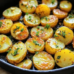 - 900 Gramm Baby-Kartoffeln - 3 Esslöffel Olivenöl - 4 Knoblauchzehen - 1 Esslöffel frischer Rosmarin - 1 Esslöffel frischer Thymian - 1 Teelöffel Paprika - Salz und schwarzer Pfeffer - Frische Petersilie Um die Knoblauch Kräuter Bratkartoffeln zu machen, brauchst du frische Zutaten. Baby-Kartoffeln sind perfekt, weil sie klein und zart sind. Du kannst sie halbieren, um die Oberfläche zu vergrößern. Das hilft, sie schön knusprig zu braten. Olivenöl ist wichtig für den Geschmack. Es hilft auch, die Kartoffeln gleichmäßig zu braten. Knoblauch gibt den Kartoffeln ein tolles Aroma. Ich empfehle, frischen Knoblauch zu verwenden. Rosmarin und Thymian sorgen für einen intensiven Geschmack. Diese Kräuter passen gut zu Kartoffeln. Paprika bringt eine feine Würze ins Spiel. Salz und Pfeffer machen das Gericht komplett. Frische Petersilie ist das i-Tüpfelchen. Sie bringt Farbe und Frische. Du kannst sie direkt vor dem Servieren hinzufügen. So sehen die Bratkartoffeln noch appetitlicher aus. Mit diesen Zutaten kannst du ein einfaches und leckeres Gericht zubereiten. Halte die Zutaten bereit, um sofort loszulegen! Zuerst halbierst du die Baby-Kartoffeln. Achte darauf, dass sie gleichmäßig sind. Würze die Kartoffeln mit Salz, Pfeffer und Paprika. Dann erhitzt du eine große Pfanne mit 3 Esslöffeln Olivenöl bei mittlerer Hitze. Das Öl sollte heiß sein, aber nicht rauchen. Jetzt gibst du die Kartoffeln mit der Schnittseite nach unten in die Pfanne. Brate sie für etwa 8 bis 10 Minuten. Du willst, dass sie goldbraun und knusprig werden. Wende sie vorsichtig mit einer Zange oder einem Löffel, damit sie nicht zerbrechen. Sobald die Kartoffeln schön gebräunt sind, füge 4 fein gehackte Knoblauchzehen sowie 1 Esslöffel frischen Rosmarin und 1 Esslöffel frischen Thymian hinzu. Rühre alles vorsichtig um, damit die Kräuter den Geschmack gleichmäßig abgeben. Reduziere die Hitze auf niedrig und decke die Pfanne ab, damit die Aromen gut ziehen können. Lass die Kartoffeln nun weitere 10 bis 15 Minuten garen. Rühre sie dabei gelegentlich um. So stellen wir sicher, dass sie gleichmäßig weich werden. Schmecke die Kartoffeln zum Schluss ab und passe die Gewürze nach deinem Geschmack an. Wenn du magst, kannst du sie mit frisch gehackter Petersilie garnieren, bevor du servierst. Das Timing ist wichtig. Wende die Kartoffeln, wenn sie goldbraun sind. Du willst eine knusprige Kruste. Wenn du sie zu früh wendest, bleiben sie weich. Lass sie also in Ruhe, bis sie schön gebräunt sind. Die Hitze ist ebenfalls entscheidend. Beginne mit mittlerer Hitze, um die Kartoffeln gleichmäßig zu garen. Wenn sie bräunen, reduziere die Hitze. Das hilft, damit die Kartoffeln innen weich werden. So vermeidest du verbrannte Stellen und erhältst ein perfektes Ergebnis. Rosmarin und Thymian sind toll, aber du kannst auch andere Kräuter probieren. Oregano oder Basilikum bringen einen anderen Geschmack. Mischungen aus frischen Kräutern sind auch eine gute Idee. Du kannst etwas Petersilie oder Schnittlauch hinzufügen, um die Aromen zu variieren. Eine eigene Kräutermischung ist einfach. Nimm deine Lieblingskräuter, hacke sie klein und mische sie. So kannst du deine Bratkartoffeln immer neu erfinden. Frische Kräuter machen das Gericht bunter und schmackhafter. {{image_4}} Um deine Knoblauch Kräuter Bratkartoffeln noch besser zu machen, kannst du einige zusätzliche Zutaten hinzufügen. - Käse hinzufügen: Parmesan oder Feta passt gut zu den Kartoffeln. Der Käse schmilzt und gibt einen tollen Geschmack. - Gemüse wie Paprika oder Zucchini integrieren: Diese Gemüsesorten bringen mehr Farbe und Nährstoffe in dein Gericht. Sie sind einfach zu schneiden und passen gut zu den Kartoffeln. Du kannst auch die Gewürze ändern, um neue Geschmäcker zu entdecken. - Scharfe Version mit Chili oder Cayenne-Pfeffer: Wenn du es scharf magst, füge etwas Chili oder Cayenne-Pfeffer hinzu. Das gibt den Kartoffeln einen aufregenden Kick. - Mediterrane Gewürze für einen anderen Geschmack: Verwende Oregano oder Basilikum für einen mediterranen Flair. Diese Kräuter harmonieren gut mit den anderen Aromen. Diese Variationen machen dein Rezept einzigartig und spannend. Experimentiere mit verschiedenen Kombinationen, um deinen persönlichen Favoriten zu finden. Um die Knoblauch Kräuter Bratkartoffeln frisch zu halten, lasse sie zuerst abkühlen. Danach lege die abgekühlten Kartoffeln in einen luftdichten Behälter. Ein Glasbehälter oder eine Plastikschüssel mit Deckel funktioniert gut. Du kannst die Kartoffeln auch mit Frischhaltefolie abdecken, wenn du keinen Deckel hast. So bleiben sie frisch und lecker. Du kannst die Kartoffeln einfach aufwärmen. Die beste Methode ist, sie in einer Pfanne zu erhitzen. Gib einen kleinen Schuss Olivenöl in die Pfanne. Erhitze die Pfanne auf mittlerer Stufe und lege die Kartoffeln hinein. Brate sie, bis sie wieder heiß sind. Rühre sie dabei um, damit sie gleichmäßig warm werden. Wenn du die Mikrowelle nutzen möchtest, lege die Kartoffeln in eine mikrowellengeeignete Schüssel. Decke die Schüssel mit einem feuchten Küchentuch ab. Erwärme sie in kurzen Intervallen von 30 Sekunden. So bleiben sie nicht trocken. Achte darauf, dass die Kartoffeln gleichmäßig warm werden. Knoblauch Kräuter Bratkartoffeln sind im Kühlschrank bis zu drei Tage haltbar. Lagere sie in einem luftdichten Behälter. So bleiben sie frisch. Wenn du sie länger aufbewahren möchtest, kannst du sie auch einfrieren. Achte darauf, sie gut abzukühlen, bevor du sie in den Gefrierschrank gibst. Zum Aufwärmen kannst du die Kartoffeln in einer Pfanne erhitzen. So bleiben sie knusprig. Ja, du kannst die Bratkartoffeln auch im Ofen zubereiten. Heize den Ofen auf 200 Grad Celsius vor. Mische die halbierten Kartoffeln mit Olivenöl, Knoblauch und Kräutern in einer Schüssel. Verteile sie auf einem Backblech. Backe sie für etwa 25 bis 30 Minuten. Wende die Kartoffeln einmal, damit sie gleichmäßig bräunen. Diese Methode gibt dir ebenfalls knusprige und leckere Kartoffeln. Diese Bratkartoffeln passen gut zu vielen Hauptgerichten. Probiere sie mit gegrilltem Hähnchen oder Fisch. Auch ein saftiges Steak ist eine tolle Wahl. Wenn du eine vegetarische Option wünschst, serviere sie mit einem frischen Salat oder Gemüse. Ein Dip wie Aioli oder Joghurt-Sauce ergänzt die Aromen perfekt. Die Zubereitung von schmackhaften Knoblauch Kräuter Bratkartoffeln ist einfach und befriedigend. Wir haben die besten Zutaten, die Zubereitung und Lagerung besprochen. Die richtige Technik beim Braten und die Auswahl an Kräutern machen den Unterschied. Vergessen Sie nicht, mit verschiedenen Gewürzen oder Gemüse zu experimentieren. Mit diesen Tipps können Sie köstliche Bratkartoffeln schnell zubereiten und genießen. Testen Sie die Variationen und finden Sie Ihre Lieblingsversion!