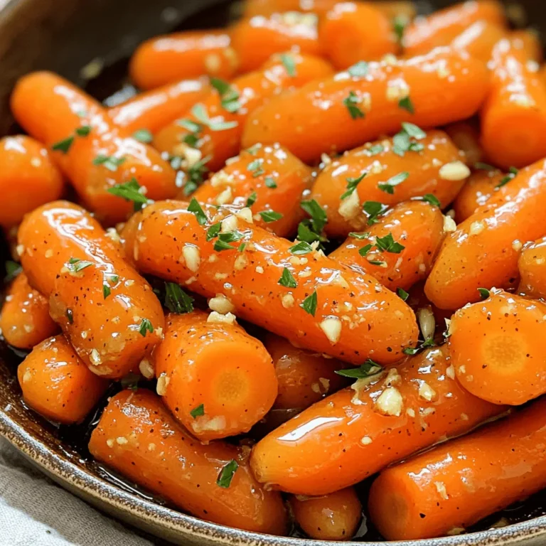 Für die perfekte Honig Knoblauch Glasierte Karotten benötigst du: - 450 g Babykarotten (oder normale Karotten, geschält und in Sticks geschnitten) - 3 Esslöffel Honig - 2 Esslöffel ungesalzene Butter - 3 Zehen Knoblauch, fein gehackt - 1 Esslöffel Sojasauce (oder Tamari für glutenfrei) - 1 Teelöffel frischer Ingwer, gerieben - Salz und Pfeffer nach Geschmack - Frische Petersilie, gehackt (zum Garnieren) Diese Zutaten sorgen für einen süßen und herzhaften Geschmack. Die Karotten werden weich, aber dennoch knackig. Der Honig gibt die Süße und der Knoblauch bringt einen tollen Biss. Um diese köstlichen Karotten zuzubereiten, brauchst du: - Eine große Pfanne - Einen Holzlöffel oder Spatel - Ein Schneidebrett - Ein scharfes Messer Die Pfanne ist wichtig, um die Karotten gleichmäßig zu garen. Der Holzlöffel hilft, die Karotten sanft zu wenden. Wenn du Karotten auswählst, achte auf folgende Punkte: - Wähle frische, knackige Karotten ohne Druckstellen. - Die Farbe sollte leuchtend orange sein. - Babykarotten sind süßer, während große Karotten mehr Biss haben. - Regional angebaute Karotten sind oft frischer und schmackhafter. Frische Karotten machen den großen Unterschied. Sie sorgen dafür, dass das Gericht lebendig und lecker schmeckt. Um die Honig-Knoblauch-Sauce zuzubereiten, erhitze eine große Pfanne bei mittlerer Hitze. Füge dann die ungesalzene Butter hinzu. Lass die Butter schmelzen, bis sie leicht schäumt. Das ist ein Zeichen, dass die Butter heiß genug ist. Jetzt kommt der fein gehackte Knoblauch und der geriebene Ingwer dazu. Brate sie etwa 30 Sekunden an, bis sie gut duften. Das gibt der Sauce einen tollen Geschmack. Jetzt füge den Honig und die Sojasauce hinzu. Rühre gut um, damit sich alles gleichmäßig vermischt. Die Sauce sollte schön glänzen und gut duften. Das ist der Moment, in dem die Karotten ihren Platz in der Pfanne finden. Gib die Babykarotten in die Pfanne mit der Sauce. Rühre sie gut um, damit sie von der Honig-Knoblauch-Mischung umhüllt sind. Das macht die Karotten süß und würzig. Dann schmecke die Mischung mit Salz und Pfeffer ab. Du kannst hier nach deinem Geschmack anpassen. Decke die Pfanne ab und lass die Karotten etwa 10 bis 12 Minuten garen. Rühre zwischendurch, damit sie gleichmäßig garen. Die Karotten sollten zart sein, aber nicht matschig. Nach der Garzeit nimm den Deckel ab und erhöh die Hitze auf mittelhoch. Lass die Karotten weitere 5 Minuten kochen. Das hilft, die Sauce einzudicken und gibt den Karotten einen schönen Glanz. Achte darauf, die Karotten gut zu beobachten. Sobald sie fertig sind, nimm die Pfanne vom Herd. Gib die glasierten Karotten auf einen schönen Teller. Garniere sie mit frisch gehackter Petersilie. Das sieht nicht nur gut aus, sondern schmeckt auch frisch! Um die perfekte Glasur zu bekommen, achte auf die Hitze. Nachdem die Karotten weich sind, erhöhe die Hitze. Lass die Sauce eindicken, damit sie an den Karotten haftet. Rühre oft, damit nichts anbrennt. Wenn die Glasur zu flüssig bleibt, lasse sie einfach länger köcheln. Die Vorbereitung der Zutaten ist wichtig. Schneide die Karotten vor dem Kochen. So sparst du Zeit. Halte alle Zutaten bereit, bevor du anfängst. Das macht das Kochen einfacher. Die Gesamtzeit für dieses Gericht beträgt etwa 30 Minuten. Mit etwas Übung kannst du die Karotten in weniger als 10 Minuten vorbereiten. Diese Karotten passen gut zu vielen Gerichten. Serviere sie zu gebratenem Hähnchen oder Lachs. Auch zu Reis oder Quinoa sind sie lecker. Eine frische Beilage wie Salat ergänzt das Gericht gut. Probiere auch Kartoffeln für einen herzhaften Geschmack. {{image_4}} Wenn Sie den Honig ersetzen möchten, probieren Sie Agavensirup. Er hat eine ähnliche Süße. Für die Sojasauce verwenden Sie Tamari. Tamari ist glutenfrei und bietet einen guten Geschmack. Eine weitere Option ist Kokosnussaminos. Diese sind auch süß und weniger salzig. Um mehr Geschmack zu bekommen, fügen Sie gerösteten Sesam hinzu. Sesamsamen bringen einen nussigen Kick. Auch etwas Zitronensaft kann die Aromen heben. Frische Kräuter wie Thymian oder Rosmarin passen gut zu Karotten. Sie bringen Frische und Tiefe ins Gericht. Wenn Sie die Karotten im Ofen zubereiten möchten, heizen Sie ihn auf 200 Grad vor. Legen Sie die Karotten auf ein Backblech und gießen Sie die Honig-Knoblauch-Mischung darüber. Mischen Sie alles gut, damit die Karotten gleichmäßig überzogen sind. Backen Sie sie 25 bis 30 Minuten. Wenden Sie die Karotten nach der Hälfte der Zeit, damit sie gleichmäßig garen. So bekommen sie eine schöne Farbe und einen tollen Geschmack. Um die glasierten Karotten frisch zu halten, lege sie in einen luftdichten Behälter. Stelle sicher, dass sie vollständig abgekühlt sind, bevor du sie lagerst. Im Kühlschrank bleiben sie bis zu fünf Tage frisch. Wenn du sie länger aufbewahren möchtest, friere sie ein. Um die Reste einzufrieren, lege die Karotten in einen gefrierfesten Beutel. Drücke die Luft heraus, bevor du sie schließt. Beschrifte den Beutel mit dem Datum. So bleiben die Karotten bis zu drei Monate haltbar. Zum Auftauen, lasse sie über Nacht im Kühlschrank oder tau sie in der Mikrowelle auf. Wenn du die Karotten aufwärmen möchtest, nutze eine Pfanne für die besten Ergebnisse. Füge einen kleinen Spritzer Wasser hinzu und erhitze sie bei mittlerer Hitze. So bleiben sie saftig und die Glasur bleibt schön glänzend. Du kannst sie auch in der Mikrowelle aufwärmen, aber achte darauf, sie nicht zu überhitzen. Honig Knoblauch Glasierte Karotten sind relativ kalorienarm. Eine Portion hat etwa 150 Kalorien. Das hängt von der Menge Honig und Butter ab, die Sie nutzen. Wenn Sie weniger Butter oder Honig verwenden, senken Sie die Kalorienzahl. Diese Karotten sind gesund und bieten viele Vitamine. Ja, Sie können dieses Rezept vegan machen. Tauschen Sie die Butter gegen pflanzliche Margarine aus. Verwenden Sie auch Ahornsirup anstelle von Honig. So bleibt der süße Geschmack erhalten. Diese Anpassungen machen das Gericht vegan und lecker. Die besten Karotten für dieses Rezept sind Babykarotten. Sie sind zart und süß. Wenn Sie keine Babykarotten haben, nutzen Sie normale Karotten. Schneiden Sie sie in gleichmäßige Sticks, damit sie gleichmäßig garen. Achten Sie darauf, frische Karotten zu wählen, denn sie haben den besten Geschmack. Honig-Knoblauch glasierte Karotten sind einfach und lecker. Wir haben die besten Zutaten und Werkzeuge besprochen. Die Schritt-für-Schritt-Anleitung hilft dir, die perfekte Glasur zu erreichen. Tipps und Tricks sorgen für eine tolle Konsistenz und schnelle Zubereitung. Du kannst auch Variationen ausprobieren, etwa andere Süßungsmittel oder zusätzliche Aromen. Denke an die Lagerungshinweise für optimale Frische. Probiere es aus! Es lohnt sich, diese Karotten zu genießen.