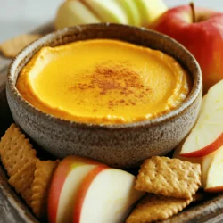 Für Ihren Kürbisgewürz-Cheesecake-Dip benötigen Sie: - 225 g Frischkäse, zimmerwarm - 240 g Kürbispüree - 60 g Puderzucker - 1/2 Teelöffel Vanilleextrakt - 1 Esslöffel Kürbiskuchengewürz - 120 g schlagfertige Creme - Graham-Cracker und Apfelscheiben zum Dippen Wählen Sie hochwertigen Frischkäse. Er sollte frisch und cremig sein. Achten Sie darauf, dass das Kürbispüree ohne Zusatzstoffe ist. So bleibt der Geschmack rein. Puderzucker sorgt für die süße Note. Vanilleextrakt bringt ein tolles Aroma. Kürbiskuchengewürz gibt dem Dip seinen besonderen Geschmack. Verwenden Sie frische schlagfertige Creme für die beste Textur. Eine Portion des Dips enthält etwa 150 Kalorien. Es hat 8 g Fett und 15 g Zucker. Der Dip ist reich an Vitamin A durch das Kürbispüree. Er bietet eine gute Mischung aus Fetten und Kohlenhydraten. Dies macht ihn zu einem leckeren Snack für jeden Anlass. Beginne mit 225 g Frischkäse. Lass ihn auf Zimmertemperatur kommen. Er wird leicht und cremig, wenn er warm ist. Nimm eine Rührschüssel und gib den Frischkäse hinein. Schlage ihn mit einem Handmixer, bis er glatt ist. Das dauert etwa 1-2 Minuten. Diese Basis macht deinen Dip besonders lecker. Jetzt fügst du die anderen Zutaten hinzu. Gib 240 g Kürbispüree, 60 g Puderzucker, 1/2 Teelöffel Vanilleextrakt und 1 Esslöffel Kürbiskuchengewürz dazu. Mische alles gut durch. Es sollte eine homogene und cremige Masse entstehen. Das Kürbispüree bringt den herbstlichen Geschmack, den wir lieben. Wenn alles gut vermischt ist, ist es Zeit für die nächste Zutat. Heben vorsichtig 120 g schlagfertige Creme unter die Mischung. Dies gibt dem Dip eine leichte, luftige Textur. Sei sanft beim Mischen, damit die Creme nicht zusammenfällt. Übertrage nun deinen Dip in eine schöne Servierschüssel. Glätte die Oberfläche mit einem Spatel. Das macht den Dip ansprechend. Decke die Schüssel ab und stelle sie für mindestens 30 Minuten in den Kühlschrank. So vermischen sich die Aromen gut. Wenn du bereit bist zu servieren, nimm die Schüssel aus dem Kühlschrank. Der Dip passt perfekt zu Graham-Crackern und frischen Apfelscheiben. Diese Kombination macht jeden Bissen besonders. Für einen dekorativen Touch kannst du eine Prise Kürbiskuchengewürz obenauf geben. Um die beste Konsistenz für Ihren Dip zu erreichen, ist es wichtig, den Frischkäse zimmerwarm zu verwenden. Kalter Frischkäse wird hart und schwer zu mischen. Schlagen Sie ihn zuerst gut durch. Dies macht ihn cremig und glatt. Nach dem Hinzufügen von Kürbispüree und Zucker mischen Sie alles gründlich. Heben Sie die schlagfertige Creme vorsichtig unter. So bleibt der Dip leicht und luftig. Falls Sie keinen Puderzucker haben, können Sie normalen Zucker verwenden. Mühlen Sie ihn einfach feiner, um Klumpen zu vermeiden. Wenn Sie kein Kürbispüree finden, nutzen Sie Apfelmus oder Süßkartoffelpüree. Diese Alternativen bieten ähnlich gute Ergebnisse. Auch bei Gewürzen können Sie variieren. Zimt oder Muskatnuss geben einen tollen Geschmack. Ein häufiger Fehler ist, den Dip nicht lange genug im Kühlschrank zu kühlen. Aromen brauchen Zeit, um sich zu vermischen. Lassen Sie den Dip mindestens 30 Minuten ruhen. Ein anderer Fehler ist, die schlagfertige Creme zu stark zu unterheben. Dies macht den Dip schwer. Gehen Sie sanft vor, um die Luftigkeit zu bewahren. Vermeiden Sie auch zu viel Kürbiskuchengewürz. Es kann schnell zu dominant wirken. {{image_4}} Um den Kürbisgewürz-Cheesecake-Dip noch herbstlicher zu machen, füge Zimt oder Muskatnuss hinzu. Diese Gewürze bringen Wärme und Tiefe. Du kannst auch gehackte Walnüsse oder Pekannüsse für Crunch verwenden. Ein Spritzer Ahornsirup sorgt für zusätzliche Süße und passt gut zu Kürbis. Für Diabetiker sind Alternativen wichtig. Nutze Frischkäse mit weniger Fett. Statt Puderzucker kannst du einen Zuckeraustauschstoff benutzen. Achte darauf, dass der Austauschstoff für das Kochen geeignet ist. Du kannst auch griechischen Joghurt verwenden, um den Dip cremig und gesund zu halten. Für besondere Anlässe kann der Dip verfeinert werden. Füge etwas Karamellsauce hinzu, um eine süße Note zu bekommen. Du kannst den Dip auch in kleine Gläser schichten und mit Schlagsahne toppen. Das sieht toll aus und macht ihn festlich. Um den Kürbisgewürz-Cheesecake-Dip frisch zu halten, decken Sie ihn gut ab. Verwenden Sie Frischhaltefolie oder einen luftdichten Behälter. Das schützt vor Gerüchen im Kühlschrank. Lagern Sie den Dip immer im Kühlschrank. So bleibt er cremig und lecker. Im Kühlschrank hält der Dip etwa 3 bis 5 Tage. Achten Sie darauf, ihn in den ersten zwei Tagen zu essen. So genießen Sie den besten Geschmack. Überprüfen Sie den Dip vor dem Essen. Wenn er seltsam riecht oder aussieht, werfen Sie ihn weg. Sie können den Dip auch einfrieren. Füllen Sie ihn in einen gefrierfesten Behälter. Lassen Sie etwas Platz oben, da der Dip beim Einfrieren expandiert. So bleibt die Textur besser erhalten. Zum Auftauen legen Sie den Dip einfach in den Kühlschrank. Lassen Sie ihn über Nacht auftauen. Rühren Sie ihn gut durch, bevor Sie ihn servieren. Du kannst den Dip bis zu fünf Tage im Kühlschrank aufbewahren. Stelle sicher, dass du ihn in einem luftdichten Behälter lagerst. So bleibt er frisch und lecker. Wenn du ihn länger aufbewahren möchtest, friere ihn ein. Er bleibt bis zu drei Monate im Gefrierschrank haltbar. Achte darauf, ihn langsam im Kühlschrank aufzutauen, bevor du ihn wieder servierst. Ja, du kannst die Zutaten nach deinem Geschmack anpassen. Wenn du weniger Süße magst, reduziere den Puderzucker. Für einen stärkeren Kürbisgeschmack kannst du mehr Kürbispüree hinzufügen. Du könntest auch andere Gewürze wie Zimt oder Muskatnuss ausprobieren. Wenn du eine andere Textur möchtest, kannst du den Frischkäse durch griechischen Joghurt ersetzen. Sei kreativ und finde deine perfekte Mischung! Ja, der Kürbisgewürz-Cheesecake-Dip ist glutenfrei, wenn du glutenfreie Graham-Cracker benutzt. Achte darauf, die richtige Marke zu wählen. Die anderen Zutaten wie Frischkäse und Kürbispüree sind ebenfalls glutenfrei. So kannst du den Dip ohne Bedenken genießen! Zusammenfassend haben wir die Zutaten für den Kürbisgewürz-Cheesecake-Dip betrachtet. Ich habe Tipps gegeben, um die besten Zutaten auszuwählen und die Nährwerte erklärt. Die Schritt-für-Schritt-Anleitung macht die Zubereitung einfach. Außerdem teilte ich Tipps für die beste Konsistenz und häufige Fehler. Variationen bringen Abwechslung, und die Lagerungstipps sichern die Frische. Experimentieren Sie mit den Zutaten. So genießen Sie diesen Dip immer wieder neu.