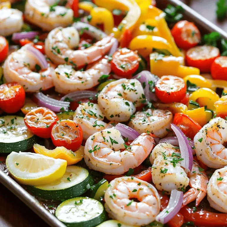 Für diese Garnelen-Pfanne sind frische Zutaten wichtig. Die Hauptzutaten sind: - 450 g große Garnelen, geschält und entdarmt - 1 rote Paprika, in Streifen geschnitten - 1 gelbe Paprika, in Streifen geschnitten - 1 Zucchini, in Scheiben geschnitten - 1 rote Zwiebel, in Keile geschnitten - 1 Tasse Cherrytomaten, halbiert Diese Zutaten bringen Farbe und Geschmack auf den Tisch. Die Garnelen geben das Hauptprotein, während das Gemüse die perfekte Ergänzung bietet. Die richtigen Gewürze machen das Gericht besonders. Hier sind die Aromen, die du brauchst: - 1 Esslöffel getrockneter Oregano - 2 Teelöffel Paprika - Saft von 1 Zitrone - 3 Esslöffel Olivenöl - Salz und Pfeffer nach Geschmack Oregano und Paprika verleihen dem Gericht eine griechische Note. Zitronensaft und Olivenöl bringen Frische und Tiefe. Zum Schluss kommt die Garnitur. Frische Petersilie ist wichtig. - Frische Petersilie, gehackt (zum Garnieren) Diese grüne Farbe macht das Gericht einladend und appetitlich. Ein kleiner Hauch von Petersilie rundet alles ab. - Heize den Ofen auf 220°C vor. - Bereite die Zutaten vor. Schneide die Paprika, Zucchini und die Zwiebel. Halbiere die Cherrytomaten. - Vermenge den gehackten Knoblauch mit Oregano und Paprika. - Gieße die Marinade über die Garnelen und das Gemüse. Mische alles gut, bis alles gleichmäßig bedeckt ist. - Verteile die Garnelen-Gemüse-Mischung gleichmäßig auf einem großen Backblech. - Backe das Ganze für 15-20 Minuten. Die Garnelen sollen rosa und opak sein, das Gemüse zart. Das ist eine einfache Methode, um ein köstliches Gericht zuzubereiten. Die Garzeit für Garnelen und Gemüse ist entscheidend. Garnelen brauchen nur 15 bis 20 Minuten im Ofen. Sie sind perfekt, wenn sie rosa und opak sind. Zu langes Backen macht sie zäh. Das Gemüse sollte zart sein, aber noch etwas Biss haben. Achte darauf, die Mischung gleichmäßig auf dem Blech zu verteilen. So garen alle Zutaten gleichmäßig und schnell. Du kannst dein Gemüse nach Lust und Laune ändern. Probier Brokkoli, grüne Bohnen oder sogar Karotten. Diese Alternativen bringen frische Farben und Aromen. Bei den Gewürzen kannst du kreativ sein. Verwende italienische Kräuter oder etwas Chili für einen Kick. Das macht das Gericht noch spannender und passt immer. Serviere die Garnelen-Pfanne direkt vom Backblech für ein rustikales Gefühl. Du kannst auch individuelle Portionen auf warmen Tellern anrichten. Das sieht schön aus und wirkt einladend. Vergiss nicht, das Gericht mit frischer Petersilie zu garnieren. Ein Spritzer Zitronensaft bringt zusätzlichen Frischekick. Das hebt die Aromen hervor und macht das Gericht lebendiger. {{image_4}} Eine Garnelen-Pfanne lässt sich einfach anpassen. Feta-Käse bringt einen tollen Geschmack. Zerbröckeln Sie den Käse über die Garnelen und das Gemüse vor dem Backen. Die salzige Note ergänzt die frischen Aromen. Zusätzlich können Sie die Kräuter variieren. Probieren Sie Thymian oder Rosmarin. Diese Kräuter bringen eine neue Tiefe in das Gericht. Sie passen gut zu Garnelen und Gemüse. Wenn Sie Garnelen nicht mögen, gibt es viele Alternativen. Hähnchenbrust ist eine gute Wahl. Schneiden Sie das Hähnchen in Stücke und verwenden Sie die gleiche Marinade. Tofu ist eine weitere Option für eine pflanzliche Proteinquelle. Pressen Sie den Tofu, um das Wasser zu entfernen. Schneiden Sie ihn dann in Würfel und marinieren Sie ihn. Das gibt Ihnen eine leckere, vegane Variante. Für eine vegane Garnelen-Pfanne verwenden Sie pflanzliche Proteine. Kichererbsen sind eine tolle Wahl. Sie sind proteinreich und fügen eine schöne Textur hinzu. Sie können auch Tempeh verwenden. Schneiden Sie es in Stücke und marinieren Sie es wie die Garnelen. Diese Alternativen machen Ihre Pfanne nahrhaft und lecker. Bewahre die Reste der Garnelen-Pfanne in einem luftdichten Behälter auf. Im Kühlschrank bleiben sie bis zu drei Tage frisch. Wenn du sie länger aufbewahren möchtest, friere die Reste ein. Im Gefrierschrank sind sie bis zu drei Monate haltbar. Denke daran, sie in Portionen zu teilen. So kannst du sie einfacher auftauen und genießen. Du kannst die Reste in der Mikrowelle oder im Ofen aufwärmen. Die Mikrowelle ist schnell, aber der Ofen gibt den besten Geschmack zurück. Wenn du den Ofen wählst, heize ihn auf 180°C vor. Lege die Reste auf ein Backblech und erwärme sie für etwa 10 Minuten. So bleiben die Garnelen und das Gemüse zart. Die Reste sind im Kühlschrank bis zu drei Tage gut. Nach dieser Zeit können sie an Qualität verlieren. Wenn du sie eingefroren hast, halten sie bis zu drei Monate. Achte darauf, sie gut zu verpacken, um Gefrierbrand zu vermeiden. Vor dem Verzehr immer auf Geruch und Aussehen prüfen. Sicherheit geht vor! Die Zubereitung ist schnell und einfach. Die Vorbereitungszeit beträgt nur 10 Minuten. Die Gesamtzeit für das Gericht ist 30 Minuten. Sie können dieses Gericht also in weniger als einer halben Stunde genießen. Das macht es perfekt für hektische Wochentage oder schnelle Abendessen. Ja, das geht sehr gut! Sie können die Garnelen bis zu zwei Stunden vor dem Kochen marinieren. Dies gibt dem Fleisch mehr Zeit, die Aromen aufzunehmen. Stellen Sie sicher, dass Sie die Garnelen im Kühlschrank aufbewahren, bis Sie bereit sind, sie zu backen. Dies sorgt für einen besseren Geschmack und eine zarte Textur. Beide Optionen haben ihre Vor- und Nachteile. - Frische Garnelen: - Geschmack: Frisch schmecken oft besser. - Textur: Sie sind zarter. - Gefrorene Garnelen: - Praktisch: Sie sind leicht zu lagern und oft günstiger. - Verfügbarkeit: Sie sind ganzjährig erhältlich. Wenn Sie frische Garnelen finden, sind sie eine tolle Wahl. Ansonsten sind gefrorene Garnelen eine gute Alternative. Achten Sie darauf, sie vor dem Kochen gut abzutauen. Diese Anleitung zeigt, wie man köstliche Blech-Pfanne-Garnelen zubereitet. Wir haben die Hauptzutaten wie Garnelen und frisches Gemüse besprochen. Gewürze wie Oregano, Paprika und frischer Zitronensaft verleihen dem Gericht den perfekten Geschmack. Ich habe Tipps zur Zubereitung, Variationen und Lagerung gegeben. Mit diesen Informationen wirst du ein einfaches, aber leckeres Gericht zaubern. Probiere es aus und mache es nach deinem Geschmack!