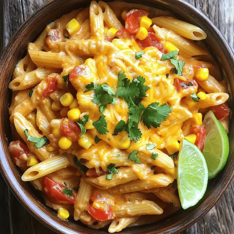 - 340 g Pasta (z.B. Penne oder Fusilli) - 450 g gemahlenes Truthahnfleisch oder Rindfleisch - 1 Päckchen Taco-Gewürz - 1 Dose (400 g) gehackte Tomaten mit grünen Chilischoten Die Hauptzutaten bringen den vollen Taco-Geschmack in dein Gericht. Die Pasta sorgt für die Basis, während das Fleisch die Proteinquelle liefert. Das Taco-Gewürz fügt die nötige Würze hinzu, und die gehackten Tomaten bringen frische Aromen und Feuchtigkeit. - 240 g Frischkäse - 100 g geriebener Cheddar-Käse - 1 kleine Zwiebel, gewürfelt - 2 Knoblauchzehen, fein gehackt - 150 g Mais, tiefgefroren oder frisch Die Milchprodukte machen die Pasta cremig und reichhaltig. Frischkäse und Cheddar-Käse schmelzen perfekt zusammen. Zwiebel und Knoblauch sorgen für einen tollen Geschmack. Der Mais fügt eine süße Note hinzu und gibt einen schönen Farbkontrast. - Salz und Pfeffer nach Geschmack - Frische Korianderblätter, zur Garnierung - Limettenviertel, zum Servieren Die Gewürze sind wichtig für den letzten Schliff. Salz und Pfeffer verbessern alle Aromen. Frischer Koriander bringt eine frische Note. Limettenviertel geben einen spritzigen Geschmack, wenn du sie darüber träufelst. So wird deine One-Pot Creamy Taco Pasta nicht nur lecker, sondern auch schön anzusehen! Zuerst erhitze einen großen Topf bei mittlerer Hitze. Brate das gemahlene Truthahnfleisch an, bis es gleichmäßig braun ist. Das dauert etwa 5 bis 7 Minuten. Wenn das Fleisch fertig ist, gieße überschüssiges Fett ab. Jetzt gib die gewürfelte Zwiebel und den gehackten Knoblauch in den Topf. Rühre alles um, bis die Zwiebel glasig wird. Das dauert ungefähr 3 Minuten. So erhält das Gericht einen tollen Geschmack. Streue das Taco-Gewürz über die Fleischmischung. Rühre gut um, damit sich die Gewürze gut verteilen. Lass es eine weitere Minute kochen. So entfalten sich die Aromen. Gieße jetzt die gehackten Tomaten mit Saft und die Brühe dazu. Rühre alles gründlich um und bringe die Mischung zum Kochen. Das gibt deinem Gericht viel Geschmack. Wenn die Mischung kocht, füge die Pasta und den Mais hinzu. Rühre um, damit die Pasta ganz in der Flüssigkeit ist. Reduziere dann die Hitze auf mittlere bis niedrige Stufe. Decke den Topf ab und koche die Mischung für etwa 10 bis 12 Minuten. Rühre gelegentlich um, bis die Pasta al dente ist. Jetzt senke die Hitze und füge den weichen Frischkäse sowie den geriebenen Cheddar-Käse hinzu. Rühre alles gut um, bis der Käse schmilzt und die Mischung cremig wird. Wenn die Pasta zu dick ist, füge etwas mehr Brühe oder Wasser hinzu. Schmecke die Pasta mit Salz und Pfeffer ab. Rühre nochmals kräftig um, um alle Zutaten gut zu vermischen. Nimm den Topf vom Herd und lasse die Pasta für einige Minuten ruhen, bevor du sie servierst. Um die perfekte Konsistenz zu erreichen, achte auf die Flüssigkeitsmenge. Wenn du die Pasta kochst, kann die Menge der Brühe variieren. Wenn die Pasta zu dick wird, füge etwas mehr Brühe oder Wasser hinzu. So bleibt sie schön cremig und nicht trocken. Um klebrige Pasta zu vermeiden, rühre während des Kochens häufig um. Das hilft, dass die Pasta gleichmäßig gart und nicht aneinander klebt. Frische Zutaten machen einen großen Unterschied. Verwende frische Zwiebeln und Knoblauch. Sie geben der Pasta einen tollen Geschmack. Du kannst auch mit verschiedenen Käsesorten experimentieren. Probiere zum Beispiel Gouda oder Mozzarella zusammen mit Cheddar. Diese Käse bringen eine schöne Cremigkeit und Tiefe in dein Gericht. Meal Prep ist einfach mit dieser Pasta. Du kannst die Mischung im Voraus zubereiten und sie dann im Kühlschrank lagern. Wenn du die Pasta einfrieren möchtest, lass sie zuerst abkühlen. Fülle sie dann in einen luftdichten Behälter. Zum Wiedererwärmen, gib die gefrorene Pasta in einen Topf und füge etwas Brühe hinzu. So bleibt sie lecker und nicht trocken. {{image_4}} Eine tolle Option ist eine vegetarische Variante mit Gemüse. Du kannst Zucchini, Paprika oder Spinat hinzufügen. Diese Gemüsesorten bringen Farbe und Frische in dein Gericht. Wenn du Hähnchen oder Tofu verwenden möchtest, ist das auch möglich. Brate das Hähnchen in kleinen Stücken an, bis es gar ist. Tofu kannst du gut würzen und für zusätzlichen Geschmack anbraten. Du kannst mit zusätzlichen Zutaten kreativ werden. Probiere, Avocado oder Jalapeños hinzuzufügen. Avocado macht das Gericht cremiger, während Jalapeños eine scharfe Note geben. Auch verschiedene Käsesorten sind eine gute Idee. Mozzarella oder Gouda machen die Pasta besonders schmackhaft. Experimentiere mit deinen Lieblingssorten! Wenn du glutenfrei essen möchtest, gibt es viele Pasta-Alternativen. Quinoa- oder Linsenpasta sind gute Optionen. Für eine vegane Version kannst du den Frischkäse durch pflanzliche Alternativen ersetzen. Achte darauf, dass auch das Taco-Gewürz vegan ist. So kannst du das Rezept anpassen und trotzdem genießen! Um deine Reste der One-Pot Creamy Taco Pasta frisch zu halten, beachte diese Tipps: - Kühlschrank: Lass die Pasta abkühlen, bevor du sie in einen luftdichten Behälter gibst. So bleibt sie länger gut. Im Kühlschrank hält sie sich etwa 3 bis 4 Tage. - Gefrierfach: Du kannst die Pasta auch einfrieren. Teile sie in Portionen und lege sie in gefrierfeste Behälter. So bleibt sie bis zu 3 Monate haltbar. Wie lange sind die Reste haltbar? Die Reste sind im Kühlschrank 3 bis 4 Tage genießbar. Im Gefrierfach kannst du sie bis zu 3 Monate lagern. Achte auf Anzeichen von Verderb. Wenn die Pasta einen schlechten Geruch hat oder sich die Textur verändert hat, solltest du sie wegwerfen. Die besten Methoden zum Wiedererwärmen der Pasta sind: - Mikrowelle: Gib die Pasta in eine mikrowellenfeste Schüssel. Füge einen Esslöffel Wasser hinzu und decke die Schüssel ab. Erwärme sie in kurzen Abständen, bis sie heiß ist. - Herd: Erhitze die Pasta in einem Topf bei mittlerer Hitze. Füge etwas Brühe oder Wasser hinzu, um die Mischung cremig zu halten. Um Austrocknung zu vermeiden, achte darauf, die Pasta nicht zu lange zu erhitzen. Rühre sie regelmäßig um, damit sie gleichmäßig warm wird. Du kannst das Rezept ganz leicht anpassen. Probiere verschiedene Gewürze aus. Wenn du mehr Schärfe magst, füge Chili-Pulver oder Cayenne-Pfeffer hinzu. Für einen milderen Geschmack kannst du weniger Taco-Gewürz verwenden. Du kannst auch das Fleisch ändern. Nutze Rindfleisch oder Gemüse, wenn du magst. Füge zusätzliches Gemüse hinzu, wie Paprika oder Spinat. Diese geben Farbe und Nährstoffe. Du kannst die Menge an Käse anpassen oder sogar einen Käsewechsel vornehmen. Nutze Gouda oder Mozzarella für neue Aromen. Nein, das Rezept mit normaler Pasta ist nicht glutenfrei. Du kannst jedoch glutenfreie Pasta verwenden. Es gibt viele Marken, die guten Geschmack bieten. Achte darauf, die Kochzeit auf der Packung zu beachten. Glutenfreie Pasta kann anders kochen. Beliebte Optionen sind Reis- oder Linsen-Pasta. Diese sind gesund und lecker. Sie binden auch gut mit der Sauce. So kannst du dein Gericht genießen, ohne Gluten zu verwenden. Ja, das Rezept kann vegan sein. Ersetze das Fleisch durch eine pflanzliche Alternative. Du kannst sojabasiertes Hackfleisch oder Linsen nutzen. Für die Sahne kannst du veganen Frischkäse nehmen. Viele Marken bieten diesen an. Nutze Hefeflocken für einen käsigen Geschmack. Sie sind nahrhaft und lecker. Vergiss nicht, den Käse durch einen veganen Käse zu ersetzen. Mit diesen Anpassungen bleibt das Gericht cremig und schmackhaft. Zusammenfassend bietet dieses Rezept eine einfache, schmackhafte Pasta mit Fleisch oder Gemüse. Sie lernen, wie man die Hauptzutaten optimal nutzt und köstliche Variationen erstellt. Denken Sie daran, die Resteverwendung sorgfältig zu planen, um die Haltbarkeit zu maximieren. Probieren Sie verschiedene Käsesorten und frische Zutaten aus, um den Geschmack zu verbessern. Mit diesen Tipps gelingt Ihnen das Gericht stets gut. Viel Spaß beim Kochen und Genießen!