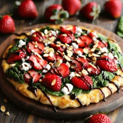 - 1 Fladenbrot oder Pizzateig aus dem Geschäft - 1 Tasse frische Spinatblätter, gewaschen und getrocknet - 1 Tasse Erdbeeren, entkelcht und in Scheiben geschnitten - 113 g Ziegenkäse, zerbröselt - 1 Esslöffel Balsamico-Glasur - 1 Esslöffel Olivenöl - Salz und Pfeffer nach Geschmack Die Hauptzutaten sind einfach zu finden. Du kannst frische Erdbeeren und Spinat im Supermarkt kaufen. Ziegenkäse gibt dem Fladenbrot einen tollen Geschmack. Olivenöl macht den Teig knusprig und lecker. Für das Fladenbrot kombiniere die Erdbeeren und den Spinat. Diese Mischung bringt frische und Farbe. Die Balsamico-Glasur gibt einen süßen und sauren Kick. So wird jede Biss spannend. - 1/4 Tasse blanchierte Mandeln, geröstet (optional) Wenn du mehr Textur willst, kannst du Mandeln hinzufügen. Sie geben einen tollen Crunch. Röste sie vorher, damit sie noch knuspriger werden. Du kannst auch andere Nüsse oder Samen verwenden, wenn dir das lieber ist. Zuerst heize deinen Ofen auf 200°C vor. Wenn du Pizzateig nutzt, rolle ihn auf einer leicht bemehlten Fläche aus. Du kannst einen rechteckigen oder runden Fladen formen. Wenn du Fladenbrot verwendest, lege es einfach auf ein Backblech. Jetzt ist es Zeit, das Brot vorzubereiten. Bestreiche es leicht mit Olivenöl. Dies hilft, das Brot knusprig zu machen. Backe das Fladenbrot für 6 bis 8 Minuten. Es sollte goldbraun und leicht knusprig werden. Achte darauf, dass es nicht anbrennt. Während das Brot backt, bereite die Beläge vor. Nimm eine Schüssel und kombiniere die gewaschenen Spinatblätter mit den geschnittenen Erdbeeren. Füge eine Prise Salz und Pfeffer hinzu und vermische alles vorsichtig. Wenn das Fladenbrot goldbraun ist, nimm es aus dem Ofen. Verteile die Spinat- und Erdbeermischung gleichmäßig darauf. Jetzt kommt der Ziegenkäse. Streue ihn gleichmäßig über die Mischung. Achte darauf, dass jeder Bissen etwas Käse hat. Träufle die Balsamico-Glasur über alles. Das bringt eine tolle Süße und Säure. Wenn du magst, streue die gerösteten Mandeln darüber. Gib das Fladenbrot für weitere 5 Minuten in den Ofen. Der Käse wird leicht schmelzen und alles wird gut vermischt. Wenn es fertig ist, nimm es aus dem Ofen. Schneide das Fladenbrot in Stücke und serviere es warm. Genieße dein einfaches und leckeres Erdbeer-Spinat-Ziegenkäse-Fladenbrot! Um dein Fladenbrot knusprig zu machen, heize den Ofen gut vor. Ein heißer Ofen sorgt für die beste Textur. Bestreiche das Fladenbrot mit etwas Olivenöl. Das Öl hilft, die Knusprigkeit zu fördern. Backe es für 6-8 Minuten, bis es goldbraun ist. Wenn du einen Pizzateig verwendest, rolle ihn dünn aus. Dünner Teig wird ebenfalls knuspriger. Um mehr Geschmack hinzuzufügen, mische die Spinatblätter und Erdbeeren gut. Füge etwas Salz und Pfeffer hinzu, um die Aromen zu betonen. Streue den Ziegenkäse gleichmäßig über das Brot. Das sorgt für einen cremigen Genuss. Die Balsamico-Glasur gibt einen süßen und sauren Kick. Für etwas Crunch kannst du geröstete Mandeln verwenden. Sie bringen eine schöne Textur ins Spiel. Präsentiere dein Fladenbrot auf einem Holzbrett oder einem großen Platter. Garniere es mit frischen Erdbeeren für eine schöne Optik. Ein zusätzlicher Schuss Balsamico-Glasur macht das Gericht noch ansprechender. Schneide das Fladenbrot in gleichmäßige Stücke. So sieht es lecker aus und ist einfach zu essen. Das Auge isst mit, also achte auf die Farben und Formen. {{image_4}} Das Erdbeer-Spinat Ziegenkäse Fladenbrot ist schon vegetarisch. Du kannst es aber noch vielfältiger machen. Probiere, Quinoa oder Kichererbsen hinzuzufügen. Diese geben dir mehr Protein und machen das Gericht sättigender. Auch geröstete Paprika oder Zucchini passen gut. Sie bringen zusätzliche Farben und Aromen. Wenn du keinen Ziegenkäse magst, gibt es viele Alternativen. Feta ist eine tolle Option. Er bringt einen salzigen, cremigen Geschmack. Auch Ricotta kann eine gute Wahl sein. Er ist mild und weich. Veganer Käse aus Nüssen ist ebenfalls möglich. So bleibt dein Gericht laktosefrei und lecker. Das Rezept ist anpassbar und perfekt für die Saison. Im Sommer kannst du frische Pfirsiche oder Beeren verwenden. Im Herbst passen Äpfel oder Birnen gut dazu. Sie bringen Süße und Frische. Im Winter probiere geröstete Kürbisse oder Rüben. Diese geben deinem Fladenbrot eine herzhaftere Note. Wenn du Reste hast, lasse das Fladenbrot zuerst abkühlen. Wickel es dann in Frischhaltefolie oder lege es in einen luftdichten Behälter. So bleibt es frisch. Du kannst es auch in Alufolie einwickeln. So bleibt der Geschmack erhalten. Um das Fladenbrot wieder aufzuwärmen, heize den Ofen auf 180°C vor. Lege das Fladenbrot auf ein Backblech. Backe es für 5 bis 7 Minuten. So wird es wieder knusprig. Alternativ kannst du eine Pfanne verwenden. Erhitze sie bei mittlerer Hitze und lege das Fladenbrot hinein. Wende es nach ein paar Minuten. Im Kühlschrank hält sich das Fladenbrot etwa 2 bis 3 Tage. Achte darauf, dass es gut verpackt ist. Wenn du es länger aufbewahren möchtest, friere es ein. So bleibt es bis zu einem Monat frisch. Die Zubereitung des Fladenbrotes dauert insgesamt etwa 20 Minuten. Die Vorbereitungszeit beträgt etwa 10 Minuten. Das Backen benötigt dann 6 bis 8 Minuten. Wenn du alles schnell machst, kannst du bald genießen! Ja, du kannst das Fladenbrot im Voraus zubereiten. Backe das Fladenbrot und lasse es abkühlen. Du kannst die Beläge auch vorbereiten und getrennt aufbewahren. Wenn du bereit bist zu essen, füge die Beläge hinzu und backe es erneut kurz. So bleibt alles frisch und lecker. Ja, gefrorenes Fladenbrot ist eine gute Option. Du musst es zuerst auftauen. Danach kannst du es wie frisches Fladenbrot verwenden. Es sollte im Ofen gleich gut knusprig werden. So sparst du Zeit und hast dennoch ein tolles Gericht. Dieses Rezept für Fladenbrot umfasst die besten Zutaten, die Zubereitung und viele hilfreiche Tipps. Du lernst, wie du knuspriges Fladenbrot backst und mit köstlichen Belägen verfeinerst. Denke an die vielen Variationen, wie vegetarische Optionen oder saisonale Zutaten. Außerdem sind die Tipps zur Lagerung wichtig, damit du das Brot länger genießen kannst. Nutze alles, was du gelernt hast, um dein Fladenbrot zu einem echten Genuss zu machen. Viel Spaß beim Ausprobieren und Kreieren!