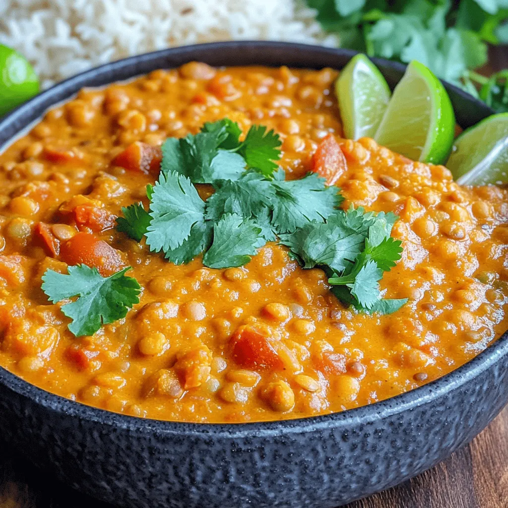 - 1 Tasse rote Linsen, gründlich gewaschen - 1 Dose (400 ml) Kokosmilch - 2 Tassen Gemüsebrühe - 1 mittlere Zwiebel, gehackt - 3 Knoblauchzehen, fein gehackt - 1 Stück Ingwer (ca. 2,5 cm), gerieben - 1 Dose (400 g) gewürfelte Tomaten - 2 Esslöffel Currypulver - 1 Teelöffel gemahlener Kreuzkümmel - 1 Teelöffel Kurkuma - 1 Teelöffel Chiliflocken (nach Geschmack anpassen) - Salz und Pfeffer nach Geschmack - 1 Esslöffel Olivenöl - Frischer Koriander, gehackt (zum Garnieren) - Limettenschnitze (zum Servieren) Die Wahl der Zutaten ist sehr wichtig. Rote Linsen sind perfekt für dieses Curry. Sie kochen schnell und geben eine tolle Textur. Verwenden Sie frische Kokosmilch für den besten Geschmack. Achten Sie auf die Qualität der Gemüsebrühe. Sie gibt dem Curry Tiefe und Geschmack. Frische Zwiebeln, Knoblauch und Ingwer bringen Aromen, die das Curry lebendig machen. Verwenden Sie Gewürze, die frisch sind. Sie haben einen stärkeren Geschmack. Rote Linsen sind reich an Eiweiß und Ballaststoffen. Sie unterstützen die Verdauung und halten lange satt. Kokosmilch bringt gesunde Fette mit. Diese Fette sind gut für das Herz. Zwiebeln und Knoblauch haben viele Vorteile für die Gesundheit. Sie stärken das Immunsystem und fördern die Gesundheit der Haut. Gewürze wie Kurkuma und Kreuzkümmel haben entzündungshemmende Eigenschaften. Sie helfen, den Körper gesund zu halten. Um das cremige Kokos-Linsen-Curry zuzubereiten, beginne mit den Zutaten. Hier ist, was du brauchst: - 1 Tasse rote Linsen, gründlich gewaschen - 1 Dose (400 ml) Kokosmilch - 2 Tassen Gemüsebrühe - 1 mittlere Zwiebel, gehackt - 3 Knoblauchzehen, fein gehackt - 1 Stück Ingwer (ca. 2,5 cm), gerieben - 1 Dose (400 g) gewürfelte Tomaten - 2 Esslöffel Currypulver - 1 Teelöffel gemahlener Kreuzkümmel - 1 Teelöffel Kurkuma - 1 Teelöffel Chiliflocken (nach Geschmack anpassen) - Salz und Pfeffer nach Geschmack - 1 Esslöffel Olivenöl - Frischer Koriander, gehackt (zum Garnieren) - Limettenschnitze (zum Servieren) Wasche die Linsen gut, um Staub und Schmutz zu entfernen. Hacke die Zwiebel und den Knoblauch klein. Reibe den Ingwer. Diese Schritte machen das Curry schmackhaft. Jetzt geht es an die Zubereitung. Nimm deinen Slow Cooker und füge alle vorbereiteten Zutaten hinzu. Das sind die Linsen, die Kokosmilch, die Gemüsebrühe, die Zwiebel, der Knoblauch, der Ingwer und die Tomaten. Streue die Gewürze gleichmäßig darüber. Das sind das Currypulver, der Kreuzkümmel, der Kurkuma und die Chiliflocken. Füge Salz und Pfeffer nach Geschmack hinzu. Rühre alles gut um, damit sich die Zutaten vermischen. Träufle das Olivenöl über die Mischung. Das Öl macht das Curry noch cremiger und verstärkt den Geschmack. Setze den Deckel auf den Slow Cooker. Koche das Curry entweder auf niedriger Stufe für 6-8 Stunden oder auf hoher Stufe für 3-4 Stunden. Die Linsen sollten weich sein und die Mischung cremig. Die Kochzeit kann etwas variieren. Jeder Slow Cooker ist anders. Du musst die Zeiten vielleicht anpassen. Achte darauf, wie weich die Linsen sind. Sie sollten leicht zerfallen, aber nicht matschig sein. Wenn du das Curry dicker magst, püriere einen Teil mit einem Stabmixer. So bleibt etwas Textur erhalten. Nach dem Kochen, probiere das Curry. Füge nach Bedarf mehr Gewürze hinzu. Serviere das Curry heiß. Garniere es mit frischem Koriander und Limettenschnitzen. Diese geben einen frischen Kontrast. Um die beste Konsistenz für dein cremiges Kokos-Linsen-Curry zu erreichen, achte auf die Menge der Flüssigkeit. Nutze eine Tasse rote Linsen und zwei Tassen Gemüsebrühe. Das sorgt für die richtige Cremigkeit. Wenn du das Curry dicker magst, püriere einen Teil mit einem Stabmixer. So bleiben einige Linsen ganz und es gibt mehr Textur. Die Gewürze sind der Schlüssel zu einem tollen Curry. Du kannst das Currypulver nach deinem Geschmack wählen. Magst du es scharf? Füge mehr Chiliflocken hinzu. Für einen besonderen Kick, probiere etwas Garam Masala oder Curryblatt. Du kannst auch frische Kräuter wie Basilikum oder Minze verwenden, um den Geschmack zu variieren. Um den Geschmack zu verbessern, kannst du die Zwiebel und den Knoblauch vorher anbraten. Das gibt mehr Tiefe. Ein Spritzer Limettensaft vor dem Servieren bringt Frische. Und denke an die Garnitur: Frischer Koriander macht das Curry noch besser. Wenn du Lust auf etwas Süßes hast, füge eine kleine Menge Kokoszucker hinzu. {{image_4}} Ihr Curry ist bereits vegan und glutenfrei. Rote Linsen, Kokosmilch und Gemüsebrühe sind alle pflanzlich. Achten Sie darauf, glutenfreie Gemüsebrühe zu wählen. Diese Auswahl macht das Gericht gesund und lecker für alle. Fühlen Sie sich frei, verschiedene Gemüse hinzuzufügen. Karotten, Paprika oder Kürbis passen gut dazu. Brokkoli und Spinat geben frische Aromen. Schneiden Sie das Gemüse klein, damit es gleichmäßig gart. Fügen Sie das Gemüse einfach in den Slow Cooker hinzu, bevor Sie die Gewürze einstreuen. Um das Curry proteinreicher zu machen, können Sie Kichererbsen oder Tofu hinzufügen. Diese Zutaten passen gut zu den Linsen. Sie können auch Seitan verwenden, wenn Sie eine fleischliche Textur wollen. Fügen Sie die proteinreichen Zutaten in den letzten Stunden des Kochens hinzu. So bleiben sie zart und lecker. Wenn Sie Reste von Ihrem cremigen Kokos-Linsen-Curry haben, bewahren Sie sie in einem luftdichten Behälter auf. Lassen Sie das Curry zuerst auf Raumtemperatur abkühlen. So bleibt der Geschmack frisch. Es ist wichtig, das Curry innerhalb von zwei Stunden nach dem Kochen zu lagern. Wenn Sie das Curry richtig lagern, bleibt es für mehrere Tage köstlich. Um das Curry wieder zu erwärmen, verwenden Sie entweder eine Mikrowelle oder einen Topf auf dem Herd. Wenn Sie die Mikrowelle wählen, stellen Sie sicher, dass Sie das Curry in einem mikrowellengeeigneten Behälter erhitzen. Erwärmen Sie es in kurzen Intervallen, um ein Überkochen zu vermeiden. Rühren Sie das Curry gut um, damit die Hitze gleichmäßig verteilt wird. Wenn Sie den Topf verwenden, geben Sie das Curry bei schwacher Hitze auf den Herd. Fügen Sie bei Bedarf etwas Wasser oder Brühe hinzu, um die gewünschte Konsistenz zu erreichen. Im Kühlschrank hält sich das Curry bis zu fünf Tage. Achten Sie darauf, es gut zu verpacken, um den Geschmack zu bewahren. Wenn Sie das Curry länger aufbewahren möchten, können Sie es einfrieren. In einem gefriergeeigneten Behälter bleibt es bis zu drei Monate frisch. Lassen Sie das Curry im Kühlschrank über Nacht auftauen, bevor Sie es erneut erwärmen. So bleibt die Textur angenehm und cremig. Um das Curry schneller zu machen, verwende einen Schnellkochtopf. Du kannst die Linsen und die anderen Zutaten gleich darin kochen. Das spart viel Zeit. Koche das Curry für etwa 15 bis 20 Minuten. Achte darauf, die Kochzeit je nach Gerät anzupassen. Wenn du keinen Schnellkochtopf hast, kannst du auch die Linsen vorher kochen. Das reduziert die Garzeit im Slow Cooker. Ja, du kannst das Curry ohne Slow Cooker zubereiten. Koche es einfach in einem großen Topf auf dem Herd. Brate zuerst die Zwiebel, den Knoblauch und den Ingwer an. Füge dann die anderen Zutaten hinzu. Lass das Curry bei schwacher Hitze köcheln. Rühre es oft um und koche es für etwa 30 bis 40 Minuten. Das Ergebnis wird ebenfalls lecker sein. Zu diesem Curry passen viele Beilagen. Fluffiger Basmati-Reis ist eine tolle Wahl. Auch warmes Naan-Brot ergänzt das Gericht gut. Wenn du es leicht magst, probiere einen frischen Salat. Ein Koriander-Joghurt-Dip ist auch eine gute Idee. So hast du verschiedene Texturen und Geschmäcker auf dem Teller. Du hast nun alle wichtigen Schritte, um ein köstliches Curry im Slow Cooker zuzubereiten. Wir haben die besten Zutaten ausgewählt und die Nährwerte betrachtet. Die Tipps helfen dir, das Gericht perfekt abzustimmen. Du kannst auch Variationen erkunden, um es einfach anzupassen. Denke an die Lagerung, um Reste optimal zu nutzen. Mit diesem Wissen kannst du dein Curry schnell und einfach zubereiten. Viel Spaß beim Kochen und Ausprobieren deiner eigenen Ideen!