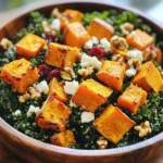 - 2 mittelgroße Süßkartoffeln, geschält und gewürfelt - 4 Tassen Grünkohl, Stiele entfernt und in mundgerechte Stücke zerrissen - 1/2 Tasse Quinoa, gut abgespült Die Süßkartoffeln sind süß und nahrhaft. Sie geben dem Salat eine tolle Farbe. Grünkohl ist reich an Vitaminen. Er bringt einen tollen Biss in den Salat. Quinoa ist eine gute Proteinquelle. Sie macht den Salat sättigend und gesund. - 1/4 Tasse getrocknete Cranberrys - 1/4 Tasse Feta-Käse, zerbröselt (optional) - 1/4 Tasse Walnüsse, grob gehackt Die Cranberrys fügen eine süße Note hinzu. Sie sind auch gesund und voller Antioxidantien. Feta-Käse bringt einen salzigen Geschmack. Wenn du es magst, kannst du ihn weglassen. Walnüsse sind knackig und liefern gesunde Fette. Sie machen den Salat noch besser. - 2 Esslöffel Olivenöl - 1 Esslöffel Ahornsirup - 1 Teelöffel Knoblauchpulver - Saft von 1 Zitrone Olivenöl ist ein gesundes Fett. Es sorgt für einen guten Geschmack und hilft, die Nährstoffe aufzunehmen. Ahornsirup gibt dem Salat eine süße Note. Das Knoblauchpulver bringt einen tollen Geschmack. Zitronensaft sorgt für Frische und einen tollen Kontrast. Heize deinen Ofen auf 220°C vor. Dieser Schritt ist wichtig für das Rösten. Während der Ofen aufheizt, schäle die Süßkartoffeln und würfle sie in gleich große Stücke. Das hilft beim gleichmäßigen Garen. Vermenge die Würfel in einer großen Schüssel mit 1 Esslöffel Olivenöl, Knoblauchpulver, Salz und Pfeffer. Rühre gut um, bis alles gleichmäßig bedeckt ist. Verteile die gewürzten Süßkartoffeln auf einem Backblech. Achte darauf, dass sie in einer einzigen Schicht liegen. Röste sie im Ofen für 25 bis 30 Minuten. Wende die Stücke nach der Hälfte der Zeit. So werden sie goldbraun und schön zart. Es ist wichtig, sie während des Röstens zu wenden, damit sie gleichmäßig garen. Während die Süßkartoffeln rösten, koche die Quinoa. Folge dabei den Anweisungen auf der Packung. Nach dem Kochen lockere die Quinoa mit einer Gabel auf und stelle sie beiseite. Nimm dir dann eine separate Schüssel und massiere die Grünkohlstücke mit 1 Esslöffel Olivenöl und dem Saft von 1 Zitrone. Mach das für etwa 2 bis 3 Minuten, bis die Blätter weich sind. Diese Schritte bringen den Geschmack des Grünkohls zur Geltung. - So gelingt das Rösten perfekt: Rösten ist einfach. Heize deinen Ofen auf 220°C vor. Würfle die Süßkartoffeln und mische sie mit Olivenöl, Knoblauchpulver, Salz und Pfeffer. Das Öl hilft, die Süßkartoffeln knusprig zu machen. Lege sie auf ein Backblech in einer einzigen Schicht. Wende die Stücke nach der Hälfte der Zeit. So werden sie gleichmäßig goldbraun. - Quinoa richtig kochen: Spüle die Quinoa gut ab, um Bitterstoffe zu entfernen. Koche sie in der gleichen Menge Wasser. Normalerweise sind das zwei Teile Wasser für einen Teil Quinoa. Lass sie dann abgedeckt für etwa 15 Minuten köcheln. Lockere die Quinoa mit einer Gabel auf. - Zusatz von Gewürzen: Gewürze machen den Unterschied. Du kannst Paprika, Kreuzkümmel oder Chili hinzufügen. Diese geben dem Salat mehr Tiefe und Wärme. Experimentiere mit verschiedenen Gewürzen, um deinem Salat einen neuen Twist zu geben. - Dressing optimieren: Das Dressing ist wichtig. Mische Olivenöl, Ahornsirup und Zitronensaft für ein einfaches, aber leckeres Dressing. Du kannst auch Senf oder Honig hinzufügen, um den Geschmack zu verstärken. Probiere es aus und finde die perfekte Balance für deinen Gaumen. - Anrichten und garnieren: Serviere den Salat in einer großen Schüssel. Das sieht schön aus und macht es einfach, zu teilen. Garniere den Salat mit zusätzlichen Walnüssen und einem Spritzer Zitronensaft. Das bringt frische Farbe und Geschmack. - Farbenfrohe Zutaten verwenden: Nutze verschiedene Zutaten, um den Salat lebendig zu machen. Füge rote Paprika, gelbe Karotten oder grüne Erbsen hinzu. Farbenfrohe Zutaten machen das Essen nicht nur schöner, sondern auch nahrhafter. {{image_4}} Wenn du den Salat vegan machen möchtest, lasse den Feta-Käse einfach weg. Der Salat bleibt trotzdem lecker. Du kannst auch andere Nüsse verwenden. Cashewkerne oder Mandeln sind tolle Alternativen. Diese Nüsse bringen einen schönen Crunch. Du kannst weitere Gemüsesorten hinzufügen, um den Salat bunter zu machen. Paprika, Gurken oder Karotten sind gute Ergänzungen. Auch Proteinquellen sind wichtig. Kichererbsen oder schwarze Bohnen passen gut. Sie machen den Salat sättigender. Im Herbst kannst du geröstete Kürbisstücke hinzufügen. Im Winter sorgen geröstete Rüben für Farbe und Geschmack. Für den Frühling sind frische Erbsen oder Radieschen ideal. Im Sommer sind Cherry-Tomaten und Avocado lecker. Diese saisonalen Variationen machen den Salat immer neu und spannend. Frischer Salat bleibt im Kühlschrank am besten. Lagern Sie den Salat in einem luftdichten Behälter. So bleibt er frisch und knusprig. Wenn Sie den Salat nicht sofort essen, tragen Sie das Dressing separat auf. Das verhindert, dass der Grünkohl matschig wird. Einige Teile des Salats können Sie im Voraus machen. Rösten Sie die Süßkartoffeln und kochen Sie die Quinoa vorher. Auch den Grünkohl können Sie vorbereiten. Massieren Sie ihn mit Öl und Zitronensaft. Servieren Sie den Salat am besten innerhalb von ein bis zwei Stunden. So schmeckt er frisch und lecker. Der Salat ist im Kühlschrank bis zu drei Tage haltbar. Nach dem ersten Tag kann der Grünkohl weicher werden. Reste können Sie in einer Pfanne anbraten oder in einer Suppe verwenden. So nutzen Sie alle Zutaten gut aus. Um den Salat vegan zu machen, lasse einfach den Feta-Käse weg. Du kannst das Gericht dennoch lecker machen. Füge stattdessen gehackte Avocado hinzu. Sie bringt eine cremige Textur. Auch geröstete Kichererbsen sind eine tolle Option. Sie geben Proteine und einen schönen Crunch. Ja, du kannst andere Käsesorten verwenden. Ziegenkäse ist eine gute Wahl. Er hat einen starken Geschmack, der gut passt. Parmesan ist eine weitere Option, wenn du ihn magst. Achte darauf, den Käse in kleine Stücke zu schneiden. So verteilt er sich gut im Salat. Ja, der Salat ist perfekt für Meal Prep. Du kannst die Süßkartoffeln und Quinoa im Voraus zubereiten. Lagere sie in einem luftdichten Behälter im Kühlschrank. Der Grünkohl sollte frisch bleiben, bis du ihn servierst. Mische alles erst kurz vor dem Essen. So bleibt der Salat knackig und frisch. Dieser Artikel gab einen klaren Überblick über die Zutaten und Zubereitung des Salats. Wir haben die Hauptzutaten wie Süßkartoffeln, Grünkohl und Quinoa erkundet. Sie eignen sich gut für Variationen und bieten viel Spielraum für kreative Anpassungen. Wichtig sind auch die Lagerungstipps, damit der Salat frisch bleibt. Egal, ob vegan oder mit Käse, die Möglichkeiten sind vielfältig. Ich hoffe, du findest Inspiration, um diesen leckeren Salat selbst zu machen!