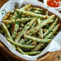 - 450 g frische grüne Bohnen, geputzt - 2 Esslöffel Olivenöl - 3 Zehen Knoblauch, fein gehackt - 60 g geriebener Parmesan Diese Hauptzutaten sind der Schlüssel zu den leckeren Fritten. Die grünen Bohnen sind frisch und knackig. Olivenöl sorgt für den perfekten Glanz und Geschmack. Knoblauch bringt eine tolle Würze, während Parmesan die Bohnen schön herzhaft macht. - 1 Teelöffel Knoblauchpulver - 1/2 Teelöffel Zwiebelpulver - 1/2 Teelöffel Paprika - Salz und Pfeffer nach Geschmack Die Gewürze machen den Unterschied. Knoblauchpulver verstärkt den Knoblauchgeschmack. Zwiebelpulver und Paprika fügen Tiefe hinzu. Salz und Pfeffer sorgen für die richtige Balance und heben die Aromen hervor. - Frische Petersilie, gehackt (zum Garnieren) Petersilie ist die perfekte Garnitur. Sie bringt Farbe und Frische. Ein wenig Grün sieht gut aus und macht das Gericht einladend. Außerdem ergänzt die Petersilie den Geschmack der Bohnen ideal. Heize deinen Airfryer auf 190°C vor. Diese Temperatur sorgt für eine schöne Knusprigkeit. Während der Airfryer aufheizt, bereite die Bohnen vor. Nimm 450 g frische grüne Bohnen und wasche sie gründlich. Achte darauf, die Enden der Bohnen abzuschneiden. So schmecken sie besser und sehen schöner aus. Gib die gewaschenen Bohnen in eine große Schüssel. Träufle 2 Esslöffel Olivenöl über die Bohnen. Mische sie gut, bis sie leicht beschichtet sind. Füge dann 3 fein gehackte Knoblauchzehen, 60 g geriebenen Parmesan, 1 Teelöffel Knoblauchpulver, 1/2 Teelöffel Zwiebelpulver, 1/2 Teelöffel Paprika, Salz und schwarzen Pfeffer nach Geschmack hinzu. Mische alles erneut, bis die Bohnen gleichmäßig mit der Gewürzmischung bedeckt sind. Lege die gewürzten Bohnen in einer einzigen Schicht in den Korb des Airfryers. Wenn dein Airfryer klein ist, koche die Bohnen in mehreren Durchgängen. Gare die Bohnen 8-10 Minuten lang. Schüttle den Korb etwa zur Hälfte der Garzeit. So bräunen die Bohnen gleichmäßig. Nach dem Garen nimm die Bohnen aus dem Airfryer. Füge bei Bedarf etwas extra Parmesan hinzu. Garnieren die Bohnen mit frisch gehackter Petersilie und serviere sie warm. Um die Bohnen knusprig zu bekommen, stelle deinen Airfryer auf 190°C ein. Diese Temperatur sorgt für eine schöne Bräunung. Gare die Bohnen 8-10 Minuten. Schüttle den Korb zur Hälfte der Zeit. So garen sie gleichmäßig und werden perfekt knusprig. Wenn du experimentieren willst, probiere andere Käsesorten. Cheddar oder Feta geben einen anderen Geschmack. Du kannst auch Gemüse wie Zucchini oder Karotten verwenden. Diese haben eine ähnliche Textur und werden ebenfalls lecker. Für eine schöne Präsentation serviere die Bohnen in einem langen Teller. Lege Backpapier hinein, um das Gericht ansprechend zu gestalten. Ergänze es mit einer kleinen Schale Marinara-Sauce oder Knoblauch-Aioli. So erhält jeder einen tollen Dip. {{image_4}} Eine würzige Note bringt Leben in die grünen Bohnen. Füge einfach Chili-Flocken hinzu. Diese kleinen Flakes geben Schärfe und Tiefe. Du kannst die Menge nach deinem Geschmack anpassen. Magst du es schärfer? Dann nimm mehr. So wird jede Biss ein spannendes Erlebnis. Wenn du Käse magst, probiere Cheddar oder Feta. Cheddar gibt einen kräftigen Geschmack. Feta hingegen bringt eine salzige Frische. Du kannst sogar eine Mischung aus beiden verwenden. So machst du deine Fritten noch interessanter. Experimentiere mit verschiedenen Käsesorten, um deinen Favoriten zu finden. Du bist vegan? Kein Problem! Ersetze Parmesan durch pflanzliche Alternativen. Es gibt viele gute Produkte auf dem Markt. So kannst du den Käsegeschmack genießen, ohne tierische Produkte zu verwenden. Einige Marken bieten auch einen geriebenen veganen Parmesan an. Damit bleiben deine Bohnen lecker und vegan. Für die Lagerung der Fritten wähle einen luftdichten Behälter. Ein Glasbehälter ist ideal. Alternativ kannst du auch Plastikbehälter verwenden. Achte darauf, dass die Bohnen vollständig abgekühlt sind, bevor du sie hineinlegst. So vermeidest du, dass sie matschig werden. Lagere die Fritten im Kühlschrank. So bleiben sie frisch. Um die Fritten wieder knusprig zu machen, benutze den Airfryer. Heize ihn auf 180°C vor. Lege die Bohnen in den Korb. Gare sie etwa 3-5 Minuten. Alternativ kannst du sie auch in einer Pfanne auf mittlerer Hitze aufwärmen. Dabei etwas Olivenöl hinzufügen. So bleibt der Geschmack erhalten und die Fritten werden wieder knusprig. Die Fritten sind im Kühlschrank 3 bis 4 Tage haltbar. Achte darauf, sie schnell zu essen, um die Frische zu bewahren. Du kannst die Bohnen auch einfrieren. Lege sie in einen gefrierfesten Beutel. So bleiben sie bis zu 3 Monate haltbar. Wenn du sie wieder auftauen möchtest, lasse sie über Nacht im Kühlschrank. So behältst du den besten Geschmack. Du kannst die Bohnen im Airfryer nicht direkt aufbewahren. Nach dem Frittieren solltest du die Bohnen sofort essen. Wenn du Reste hast, lege sie in einen luftdichten Behälter. Im Kühlschrank bleiben sie etwa 3 Tage frisch. Achte darauf, dass sie gut abgedeckt sind. So bleiben sie knusprig und lecker. Ja, du kannst gefrorene Bohnen verwenden. Es ist jedoch gut, sie zuerst etwas aufzutauen. Dies hilft dabei, dass sie gleichmäßig garen. Wenn sie gefroren sind, erhöhe die Garzeit um 2-3 Minuten. So werden die Bohnen knusprig und lecker. Mische sie wie frische Bohnen mit dem Öl und den Gewürzen. Um die Bohnen gesünder zu machen, kannst du wenig Öl verwenden. Probiere nur 1 Esslöffel Olivenöl. Du kannst auch Parmesan reduzieren oder eine leichtere Käseoption wählen. Füge mehr Gewürze hinzu, um den Geschmack zu verbessern. Zum Beispiel kannst du mehr Knoblauch oder Zwiebelpulver verwenden. So bekommst du einen tollen Geschmack ohne viel Fett. Zusammenfassend haben wir die Zutaten für knusprige grüne Bohnen betrachtet. Frische Bohnen, Olivenöl, Knoblauch und Parmesan sind das Herzstück. Zusätzlich haben wir Gewürze, das richtige Vorgehen beim Frittieren und viele Tipps für die perfekte Zubereitung erkundet. Du kannst variieren und sogar gesündere Alternativen ausprobieren. Denke daran, die Bohnen richtig aufzubewahren, um den Geschmack zu bewahren. Mit all diesen Punkten kannst du ein leckeres Gericht zaubern. Viel Spaß beim Ausprobieren!
