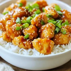 Für mein besser als Takeout Honig-Sesam-Hühnchen benötigst du folgende Hauptzutaten: - 450 g Hähnchenbrust ohne Knochen, in mundgerechte Stücke geschnitten - 120 g Maisstärke - 2 Esslöffel Pflanzenöl - 60 ml Honig - 60 ml Sojasauce mit wenig Natrium - 30 ml Reisessig - 2 Teelöffel Sesamöl - 1 Esslöffel frischer Ingwer, fein gehackt - 2 Knoblauchzehen, fein gehackt - 2 Esslöffel Sesamsamen - 3 Frühlingszwiebeln, gehackt - Salz und Pfeffer nach Geschmack Diese Zutaten sorgen für den süßen und herzhaften Geschmack. Das Hähnchen wird zart und knusprig. Maisstärke hilft, die perfekte Textur zu erreichen. Die Gewürze und Öle bringen den Geschmack zum Leben. Hier sind die wichtigsten: - Pflanzenöl zum Braten - Sesamöl für den nussigen Geschmack - Salz und Pfeffer für die Grundwürze - Frischer Ingwer und Knoblauch für das Aroma Diese Gewürze sind einfach, aber wirkungsvoll. Sie machen dein Gericht besonders lecker und frisch. Wenn du eine Zutat nicht hast, gibt es gute Ersatzstoffe. Hier sind einige Optionen: - Für die Sojasauce kannst du Tamari verwenden, um glutenfrei zu bleiben. - Honig kann durch Agavendicksaft ersetzt werden. Das gibt eine ähnliche Süße. - Reisessig kann durch Apfelessig ersetzt werden, wenn nötig. Ersatzstoffe können den Geschmack leicht verändern. Experimentiere, um deinen Favoriten zu finden. Zuerst schneide die Hähnchenbrust in mundgerechte Stücke. Dann nimm eine große Rührschüssel. Gib die Hähnchenstücke hinein und füge die Maisstärke hinzu. Mische alles gut, bis das Hähnchen gleichmäßig mit der Maisstärke bedeckt ist. Dies hilft, das Hähnchen knusprig zu machen. Erhitze das Pflanzenöl in einer großen Pfanne oder einem Wok. Die Hitze sollte mittel bis hoch sein. Wenn das Öl heiß ist, lege das Hähnchen in die Pfanne. Achte darauf, dass die Stücke in einer einzigen Schicht liegen. Brate das Hähnchen 5-7 Minuten lang, bis es goldbraun und durchgegart ist. Wende es gelegentlich. Nimm das Hähnchen dann aus der Pfanne und lege es beiseite. Reduziere die Hitze in der Pfanne auf mittel. Füge den gehackten Ingwer und Knoblauch hinzu. Sautiere beides etwa 30 Sekunden lang, bis es gut riecht. In einer separaten Schüssel mische den Honig, Sojasauce, Reisessig und Sesamöl. Würze die Mischung mit Salz und Pfeffer. Gieße die Sauce in die Pfanne zu Ingwer und Knoblauch. Lass die Sauce 2-3 Minuten kochen, bis sie leicht eindickt. Gib das Hähnchen zurück in die Pfanne und schwenke es in der Sauce. Lass es eine weitere Minute kochen, damit die Aromen gut einziehen. Vor dem Servieren streue die Sesamsamen und Frühlingszwiebeln über das Hähnchen. Um dein Honig-Sesam-Hühnchen knusprig zu machen, beachte diese Punkte: - Verwende frische Hähnchenbrust. Sie hat mehr Feuchtigkeit und wird besser knusprig. - Wälze die Hähnchenstücke gründlich in der Maisstärke. Das sorgt für eine schöne Schicht. - Erhitze das Öl gut. Es sollte heiß sein, bevor du das Hähnchen hinzufügst. - Brate das Hähnchen in einer einzigen Schicht. So garen die Stücke gleichmäßig und werden knusprig. Hier sind einige häufige Fehler, die du vermeiden solltest: - Zu viel Hähnchen auf einmal braten. Das senkt die Temperatur des Öls und macht das Hähnchen weich. - Zu lange in der Pfanne lassen. Das Hähnchen kann trocken werden, wenn es zu lang brät. - Die Sauce zu früh hinzufügen. Lass die Sauce erst eindicken, bevor du das Hähnchen zurückgibst. Um die Portionen richtig zu berechnen, bedenke: - Ein Standardgericht enthält etwa 113 g Hähnchen pro Person. - Dieses Rezept macht vier Portionen mit insgesamt 450 g Hähnchen. - Du kannst die Portionen ganz einfach anpassen, indem du die Menge der Hähnchenbrust erhöhst oder verringerst. - Achte darauf, auch die Menge der Sauce und der Beilagen anzupassen. {{image_4}} Das Rezept für Honig-Sesam-Hühnchen lässt sich leicht anpassen. Du kannst Tofu oder Tempeh verwenden, um eine vegetarische Variante zu machen. Schneide den Tofu in Würfel und drücke ihn gut aus. So wird er knusprig. Mische ihn dann mit der Maisstärke. Frittiere ihn dann genauso wie das Hühnchen. Wenn du es schärfer magst, füge etwas rote Pfefferflocken oder Sriracha zur Sauce hinzu. Ein Teelöffel reicht oft aus, um einen guten Kick zu geben. Du kannst auch frische Chilis in die Pfanne geben, wenn du den Ingwer und Knoblauch anbrätst. Diese Änderungen sorgen für mehr Geschmack und Würze. Serviere das Honig-Sesam-Hühnchen auf einem Bett aus gedämpftem Reis oder gebratenem Gemüse. Du kannst auch Nudeln verwenden, um das Gericht zu variieren. Garniere das Gericht mit mehr Sesamsamen und Frühlingszwiebeln. Das sieht nicht nur gut aus, sondern schmeckt auch großartig! Lassen Sie das Honig-Sesam-Hühnchen nach dem Kochen auf Raumtemperatur abkühlen. Dies verhindert, dass es im Kühlschrank dampfig wird. Lagern Sie es in einem luftdichten Behälter, um die Frische zu erhalten. Es bleibt so bis zu drei Tage im Kühlschrank gut. Um das Hühnchen aufzuwärmen, verwenden Sie eine Pfanne oder die Mikrowelle. In der Pfanne, erwärmen Sie es bei mittlerer Hitze. Fügen Sie einen kleinen Spritzer Wasser hinzu, damit es nicht austrocknet. In der Mikrowelle, decken Sie das Hühnchen ab und erwärmen Sie es in Intervallen von 30 Sekunden. Das sorgt dafür, dass es gleichmäßig warm wird. Das Honig-Sesam-Hühnchen kann auch eingefroren werden. Stellen Sie sicher, dass es vollständig abgekühlt ist. Portionieren Sie es in Gefrierbeutel oder Behälter. So bleibt es bis zu drei Monate haltbar. Zum Auftauen legen Sie es einfach über Nacht in den Kühlschrank. Um das Hähnchen noch knuspriger zu machen, verwende mehr Maisstärke. Eine dünne Schicht sorgt für extra Crunch. Brate das Hähnchen in heißem Öl und achte darauf, dass die Stücke nicht überfüllt sind. So können sie gleichmäßig bräunen. Überlege, das Hähnchen vor dem Frittieren zu marinieren. Eine kurze Marinade in Sojasauce und Ingwer kann helfen. Ja, du kannst die Sauce ganz nach deinem Geschmack anpassen. Wenn du es süßer magst, füge mehr Honig hinzu. Für einen salzigeren Geschmack kannst du mehr Sojasauce nehmen. Probiere auch, andere Essige zu verwenden, wie Apfelessig. Das bringt neue Aromen ins Spiel. Wenn du es würziger magst, füge Chili oder Sriracha hinzu. Experimentiere, bis du deine perfekte Mischung findest. Ja, du kannst das Rezept glutenfrei machen. Verwende glutenfreie Sojasauce anstelle der normalen Sojasauce. Achte darauf, dass die anderen Zutaten auch glutenfrei sind. Oft ist Reisessig bereits glutenfrei, aber es ist gut, das zu überprüfen. Maisstärke ist ebenfalls glutenfrei. Mit diesen Anpassungen kannst du dieses Gericht ohne Bedenken genießen. In diesem Artikel haben wir die besten Zutaten und die besten Schritte für leckeres Hähnchen durchgearbeitet. Wir haben auch Tipps gegeben, um es schön knusprig zu machen. Verschiedene Variationen und Lagerinformationen helfen dir, kreativ zu sein. Denke daran, Gewürze und Öle nach deinem Geschmack anzupassen. Mit den richtigen Techniken bereitest du jedes Mal ein tolles Gericht zu. Trau dich, neue Optionen auszuprobieren. Viel Spaß beim Kochen und Genießen!