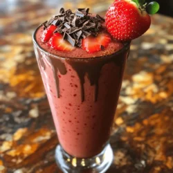 Für einen köstlichen Schokoladenüberzogenen Erdbeer-Smoothie benötigst du: - 1 Tasse frische Erdbeeren, entkelcht und in Scheiben geschnitten - 1 Banane, gefroren - 1 Tasse ungesüßte Mandelmilch (oder Milch nach Wahl) - 2 Esslöffel Kakaopulver - 1 Esslöffel Honig oder Ahornsirup (nach Geschmack anpassen) - ½ Teelöffel Vanilleextrakt - ¼ Tasse griechischer Joghurt (für zusätzliche Cremigkeit) - Eine Prise Meersalz - Schokoladenspäne oder -stückchen zum Garnieren (optional) Falls du einige Zutaten nicht hast, gibt es tolle Alternativen: - Statt Erdbeeren kannst du Himbeeren oder Blaubeeren verwenden. - Eine gefrorene Mango passt auch gut. - Statt Mandelmilch kannst du Sojamilch oder Kuhmilch nehmen. - Verwende Kakaonibs oder Schokoladenpulver, wenn du kein Kakaopulver hast. - Agavendicksaft ist eine gute Wahl anstelle von Honig oder Sirup. - Naturjoghurt oder Kokosjoghurt sind tolle Alternativen zum griechischen Joghurt. Lass uns einen Blick auf die Nährstoffe werfen: - Erdbeeren sind reich an Vitamin C und Antioxidantien. Sie stärken das Immunsystem. - Bananen liefern gesunde Kohlenhydrate und Kalium. Sie geben dir Energie. - Mandelmilch hat weniger Kalorien als normale Milch und enthält gesunde Fette. - Kakaopulver ist voller Antioxidantien und kann die Stimmung heben. - Honig hat natürliche Süße und kann entzündungshemmend wirken. - Griechischer Joghurt enthält viel Protein und fördert die Verdauung. Jede Zutat bringt Vorteile und Geschmack in deinen Smoothie. So wird er nicht nur lecker, sondern auch gesund. Beginne mit der Auswahl der besten Zutaten. Du brauchst frische Erdbeeren, eine gefrorene Banane und Mandelmilch. Achte darauf, die Erdbeeren zu entkelchen und in Scheiben zu schneiden. Das macht das Mixen einfacher. Halte auch Kakaopulver, Honig oder Ahornsirup, Vanilleextrakt und griechischen Joghurt bereit. Eine Prise Meersalz hebt den Geschmack hervor. Stelle deinen Mixer bereit. Überprüfe, ob er sauber und funktionsfähig ist. Wähle die hohe Geschwindigkeit, um die Zutaten gut zu vermischen. Ein starker Mixer sorgt dafür, dass alles schön cremig wird. Achte darauf, die Deckel fest zu schließen, damit nichts herausspritzt. 1. Gib die frischen Erdbeeren, die gefrorene Banane und die Mandelmilch in den Mixer. 2. Mixe alles bei hoher Geschwindigkeit, bis die Mischung glatt ist. 3. Füge das Kakaopulver, den Honig oder Sirup, den Vanilleextrakt, den griechischen Joghurt und die Prise Meersalz hinzu. 4. Mixe erneut, bis alles gut verbunden ist und eine cremige Konsistenz erreicht wird. 5. Probiere den Smoothie und passe die Süße nach deinem Geschmack an. 6. Gieße den Smoothie in Gläser und garniere ihn mit Schokoladenspänen oder -stückchen, wenn du magst. 7. Serviere den Smoothie sofort und genieße ihn kühl. Um die perfekte Konsistenz zu erzielen, benutze gefrorene Banane. Sie macht den Smoothie cremig. Mixe die Erdbeeren und die Banane zuerst mit der Mandelmilch. Achte darauf, dass du alles gut pürierst. Wenn der Smoothie zu dick ist, füge etwas mehr Mandelmilch hinzu. Wenn er zu dünn ist, kannst du mehr Joghurt oder eine weitere Banane hinzufügen. Die Süße ist wichtig für den Geschmack. Probiere zuerst den Smoothie, bevor du mehr Honig oder Sirup hinzufügst. Jeder hat einen anderen Geschmack. Wenn du es fruchtiger magst, füge mehr Erdbeeren hinzu. Für eine stärkere Schokoladennote kannst du mehr Kakaopulver verwenden. Vanilleextrakt gibt dem Smoothie eine schöne Note. Garnierungen machen den Smoothie besonders. Verwende Schokoladenspäne oder Stückchen für einen tollen Look. Du kannst auch frische Erdbeeren oben drauf legen. Ein paar Nüsse oder Kokosraspeln geben einen schönen Crunch. Sei kreativ mit den Garnierungen. So wird dein Smoothie ein echter Hingucker! {{image_4}} Es gibt viele Wege, deinen Schokoladenüberzogenen Erdbeer-Smoothie anzupassen. Du kannst zum Beispiel andere Früchte hinzufügen. Himbeeren oder Blaubeeren passen gut zu Erdbeeren. Auch eine Handvoll Spinat kann die Nährstoffe erhöhen, ohne den Geschmack zu verändern. Wenn du gerne Nüsse magst, füge einige Mandeln oder Walnüsse hinzu. Diese geben deinem Smoothie einen knusprigen Biss. Für eine vegane Version des Smoothies kannst du die Milch einfach durch Pflanzenmilch ersetzen. Ungesüßte Mandelmilch oder Hafermilch sind tolle Optionen. Der griechische Joghurt kann durch Kokosjoghurt ersetzt werden. So bleibt der Smoothie cremig und lecker. Auch Honig kannst du durch Agavendicksaft ersetzen, um die Süße zu erhalten. Wenn du mehr Protein benötigst, gibt es viele Wege. Du kannst Proteinpulver hinzufügen, das dir schmeckt. Eine weitere Option sind Chiasamen oder Leinsamen. Diese kleinen Samen liefern nicht nur Protein, sondern auch Ballaststoffe. Wenn du einen extra cremigen Smoothie möchtest, füge mehr griechischen Joghurt hinzu. So wird der Smoothie nahrhaft und sättigend. Der Schokoladenüberzogene Erdbeer-Smoothie hält sich im Kühlschrank bis zu zwei Tage. Je frischer der Smoothie, desto besser der Geschmack. Nach ein oder zwei Tagen kann die Textur leicht verändern. Er wird dicker und kann etwas weniger frisch schmecken. Um den Smoothie frisch zu halten, füllt ihn in ein luftdichtes Glas. Achte darauf, dass der Deckel gut schließt. So bleibt die Cremigkeit erhalten und der Geschmack bleibt intensiv. Stelle das Glas in den Kühlschrank, aber vermeide, den Smoothie in die Tür zu stellen. Die Temperatur schwankt dort oft. Wenn du den Smoothie länger aufbewahren willst, friere ihn ein. Fülle ihn in Eiswürfelformen oder einen luftdichten Behälter. So kannst du Portionen machen. Zum späteren Genießen, nimm einfach einen Würfel und lasse ihn im Kühlschrank auftauen. Alternativ kannst du ihn in einem Mixer schnell wieder mixen. So bleibt der Geschmack frisch und lecker. Ja, du kannst gefrorene Erdbeeren verwenden. Sie passen gut in diesen Smoothie. Gefrorene Erdbeeren machen den Smoothie kalt und cremig. Wenn du sie benutzt, musst du die Banane nicht unbedingt gefrieren. Verwende die gleiche Menge gefrorener Erdbeeren wie frische. Ein Schokoladenüberzogener Erdbeer-Smoothie hat ungefähr 200 Kalorien pro Portion. Die genaue Zahl kann variieren, je nach deinen Zutaten. Wenn du mehr Honig oder Joghurt hinzufügst, steigt die Kalorienzahl. Aber du kannst die Süße anpassen, um die Kalorien zu senken. Ja, dieser Smoothie ist perfekt für Kinder. Er ist gesund und lecker. Kinder lieben den süßen Geschmack von Erdbeeren und Schokolade. Außerdem kannst du die Süße nach ihrem Geschmack anpassen. So bleibt der Smoothie für alle angenehm. Um einen köstlichen Smoothie zuzubereiten, haben wir die nötigen Zutaten, Alternativen und Nährwerte besprochen. Ich habe eine Schritt-für-Schritt-Anleitung gegeben, die dir hilft, alles richtig zu machen. Tipps für die Konsistenz, Süße und Garnierungen wurden vorgestellt. Variationen zeigen dir, wie du deinen Smoothie anpassen kannst. Auch Lagerungshinweise und häufige Fragen haben wir behandelt. Denke daran, dass jeder Smoothie nach deinem Geschmack gestaltet werden kann. Experimentiere und finde deine perfekte Mischung.