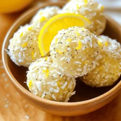 Hier sind die Zutaten, die du für die gesunden Lemon Coconut Energy Bites brauchst: - 1 Tasse rohe Mandeln - 1 Tasse entsteinte Datteln (bei Bedarf eingeweicht) - 1 Tasse ungesüßte geraspelte Kokosnuss - Abgeriebene Schale von 1 großer Zitrone - 2 Esslöffel frischer Zitronensaft - 1 Esslöffel Chiasamen - 1/4 Teelöffel Meersalz - Optional: 1/4 Tasse Zartbitterschokoladenstückchen Diese Zutaten sind einfach zu finden und bieten viele Vorteile. Rohe Mandeln sind voller gesunder Fette und Proteine. Datteln bringen natürliche Süße und viele Ballaststoffe. Ungesüßte Kokosnuss gibt den Bissen einen tollen Geschmack und eine angenehme Textur. Die Zitronenschale und der Zitronensaft bringen Frische und helfen, den Geschmack zu heben. Chiasamen sind super für die Gesundheit. Sie sind reich an Omega-3-Fettsäuren. Das Meersalz sorgt für einen guten Geschmack. Wenn du Schokolade magst, füge die Zartbitterschokoladenstückchen hinzu. Sie machen die Bites noch köstlicher. Alle Zutaten zusammen ergeben einen nahrhaften Snack. Du kannst die Bällchen einfach zubereiten und überall mitnehmen. Sie sind ideal für einen Energieschub während des Tages. - Mandeln mahlen: Beginnen Sie mit einer Tasse rohen Mandeln. Geben Sie sie in die Küchenmaschine und mahlen Sie sie. Achten Sie darauf, dass sie nicht zu einer Paste werden. Sie sollten fein und krümelig sein. - Datteln vorbereiten: Nehmen Sie eine Tasse entsteinte Datteln. Falls sie hart sind, weichen Sie sie vorher in warmem Wasser ein. Dies macht sie weich und leichter zu verarbeiten. - Alle Zutaten in die Küchenmaschine geben: Fügen Sie die gemahlenen Mandeln, die Datteln, eine Tasse ungesüßte geraspelte Kokosnuss, die abgeriebene Schale von einer großen Zitrone, zwei Esslöffel frischen Zitronensaft, einen Esslöffel Chiasamen und ein viertel Teelöffel Meersalz in die Küchenmaschine hinzu. - Mischung verarbeiten bis sie klebrig ist: Starten Sie die Küchenmaschine und verarbeiten Sie die Mischung. Sie sollte gut kombiniert und klebrig sein. Möglicherweise müssen Sie die Seiten der Schüssel abkratzen, um alles gleichmäßig zu vermischen. - Mischung portionieren und zu Kugeln rollen: Nehmen Sie mit einem Esslöffel etwas von der Mischung. Rollen Sie es mit Ihren Händen zu einer Kugel. Wiederholen Sie dies, bis die gesamte Mischung aufgebraucht ist. - Kühlzeit einhalten: Legen Sie die Energiebällchen auf ein mit Backpapier ausgelegtes Blech. Kühlen Sie sie mindestens 30 Minuten lang, damit sie fest werden. Um die perfekte Konsistenz zu erreichen, mahle die Mandeln gut, aber nicht zu fein. Unterschiedliche Mandelmahlgrade geben den Bällchen Textur. Wenn die Mischung zu trocken ist, füge mehr Datteln hinzu. Sie machen die Mischung klebriger und süßer. So kannst du die Konsistenz nachjustieren. Du kannst die Energiebällchen anpassen. Füge andere Nüsse oder Trockenfrüchte hinzu. Walnüsse oder Cranberries passen gut. Ein zusätzlicher Löffel Kokosnussöl sorgt für mehr Feuchtigkeit. Das macht die Bällchen noch saftiger und leckerer. Die Präsentation macht viel aus. Serviere die Energiebällchen in einer kleinen Schale. Garniere sie mit geraspelter Kokosnuss und einer Zitronenscheibe. So sehen sie frisch und einladend aus. Diese Snacks sind perfekt für Partys oder als gesunde Zwischenmahlzeit. {{image_4}} Bewahre die Lemon Coconut Energy Bites in einem luftdichten Behälter im Kühlschrank. So bleiben sie frisch und lecker. Die Bällchen halten bis zu einer Woche. Nach diesem Zeitraum könnten sie an Geschmack und Konsistenz verlieren. Ich empfehle, sie möglichst schnell zu genießen. Wenn du die Energiebällchen länger aufbewahren willst, friere sie ein. Lege sie einfach auf ein Blech und friere sie für etwa eine Stunde ein. So bleiben sie in Form und kleben nicht zusammen. Dann kannst du sie in einen luftdichten Behälter oder einen Gefrierbeutel umfüllen. Wenn du die Bällchen essen möchtest, hole sie einfach aus dem Gefrierfach. Lass sie bei Zimmertemperatur für etwa 15 bis 20 Minuten auftauen. So bleiben sie weich und schmackhaft. Kalt schmecken sie auch gut, wenn du einen erfrischenden Snack suchst. Eine Portion von diesen Lemon Coconut Energy Bites hat etwa: - Kalorien: 120 - Fette: 6 g - Kohlenhydrate: 15 g - Proteine: 3 g Diese Bällchen sind reich an Nährstoffen. Sie sind eine gute Quelle für gesunde Fette, die aus Mandeln kommen. Außerdem liefern sie natürliche Süße durch Datteln. Vorteile der verwendeten Zutaten: - Mandeln: Sie sind reich an Vitamin E und Antioxidantien. Mandeln unterstützen die Herzgesundheit und helfen, den Blutzuckerspiegel zu kontrollieren. - Chiasamen: Diese kleinen Samen sind vollgepackt mit Ballaststoffen und Omega-3-Fettsäuren. Sie fördern die Verdauung und geben dir ein langanhaltendes Sättigungsgefühl. Zitrusfrüchte und ihre positiven Effekte: - Zitronen: Sie sind reich an Vitamin C, was das Immunsystem stärkt. Zitronen helfen auch, den Körper zu entgiften und fördern die Hautgesundheit. Der frische Geschmack gibt diesen Bällchen einen tollen Kick. Die Kombination aus Mandeln, Chiasamen und Zitronen macht diese Energiebällchen zu einem gesunden Snack. Sie sind einfach zuzubereiten und perfekt für den kleinen Hunger zwischendurch. Du kannst die Energiebällchen im Kühlschrank bis zu einer Woche aufbewahren. Achte darauf, sie in einem luftdichten Behälter zu lagern. Für längere Haltbarkeit kannst du sie auch einfrieren. Im Gefrierschrank bleiben sie bis zu drei Monate frisch. Wenn du sie essen möchtest, nimm einfach die gewünschte Menge heraus und lasse sie bei Raumtemperatur auftauen. Ja, du kannst andere Nüsse verwenden. Cashewkerne oder Walnüsse sind gute Alternativen. Sie geben den Bällchen einen neuen Geschmack. Denke daran, dass jede Nuss ihren eigenen Charakter hat. Zum Beispiel sind Cashews süßer als Mandeln. Experimentiere mit verschiedenen Nüssen, um deine perfekte Mischung zu finden. Ja, die Energiebällchen sind vegan. Sie enthalten keine tierischen Produkte. Die Hauptzutaten sind Mandeln, Datteln und Kokosnuss. Diese bieten eine gesunde und pflanzliche Energiequelle. Auch die Chiasamen sind vegan. Sie bringen zusätzliche Nährstoffe. So kannst du die Bällchen ohne Bedenken genießen. Zurückblickend auf die Zutaten und unsere Schritt-für-Schritt-Anleitung, sind diese Energiebällchen einfach zuzubereiten. Du kannst Variationen ausprobieren und sie nach deinem Geschmack anpassen. Die Tipps zur Konsistenz und Lagerung helfen dir, die perfekten Snacks zu kreieren. Sie sind gesund und halten sich im Kühlschrank eine Woche. Experimentiere mit anderen Nüssen oder Trockenfrüchten, um neue Geschmäcker zu entdecken. Diese Energiebällchen sind nicht nur nahrhaft, sondern auch gesund und lecker. Sie eignen sich perfekt für jeden Anlass. Viel Spaß beim Zubereiten!