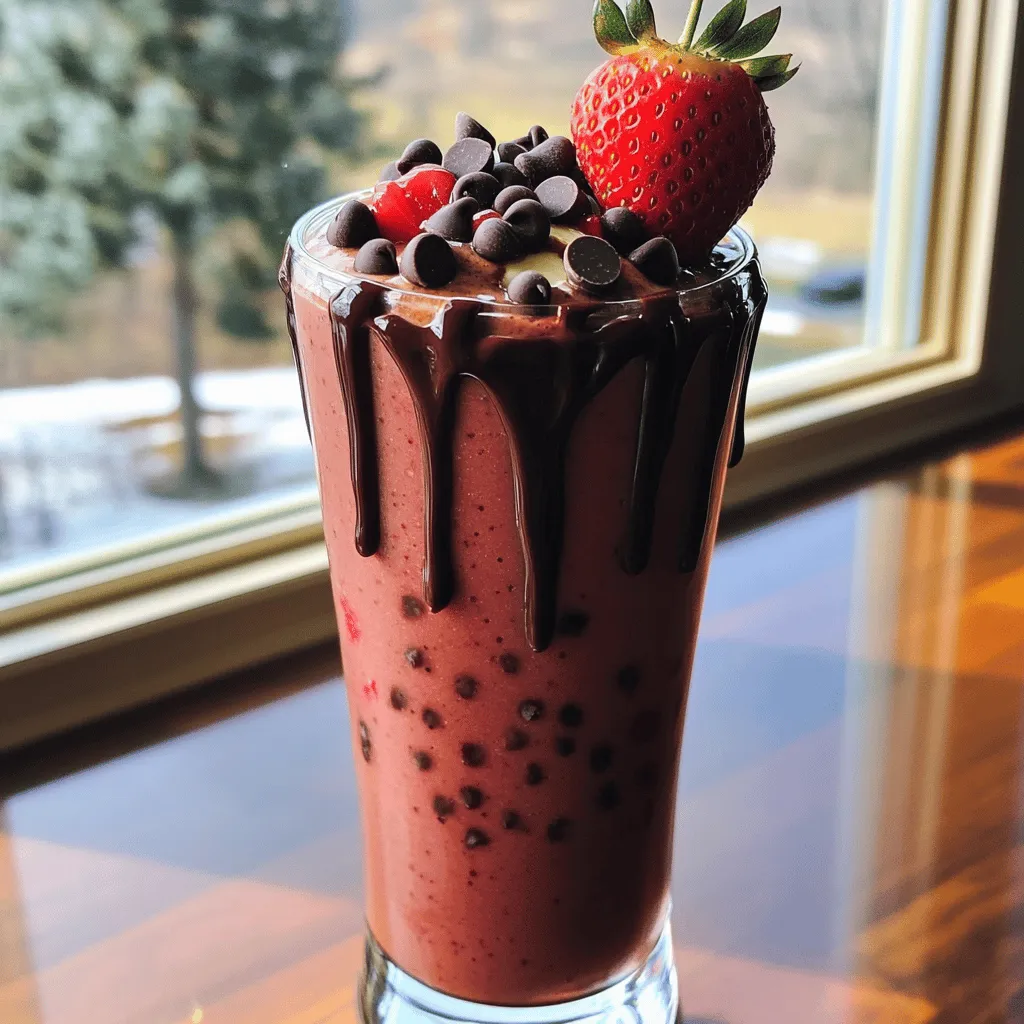 - 1 Tasse frische Erdbeeren, entstielt - 1 Banane, in Scheiben geschnitten - 1 Tasse Mandelmilch (oder Milch nach Wahl) Diese Zutaten sind der Kern des Smoothies. Frische Erdbeeren geben eine süße Note. Sie sind auch reich an Vitaminen. Die Banane sorgt für eine cremige Textur. Außerdem hat sie einen milden Geschmack. Mandelmilch bringt einen nussigen Hauch. Sie ist auch eine gute Milchalternative. - 1 Esslöffel ungesüßtes Kakaopulver - 2 Esslöffel griechischer Joghurt (optional für Cremigkeit) - 1 Esslöffel Honig oder Ahornsirup Das ungesüßte Kakaopulver fügt den Schokoladengeschmack hinzu. Es ist auch eine gute Quelle für Antioxidantien. Der griechische Joghurt macht den Smoothie noch cremiger. Das ist besonders gut, wenn Sie eine dickere Konsistenz mögen. Honig oder Ahornsirup süßen den Smoothie nach Ihrem Geschmack. Sie können die Menge anpassen. - 1 Esslöffel Schokoladenstückchen - Eiswürfel (optional, für die gewünschte Konsistenz) Schokoladenstückchen sind eine tolle Garnitur. Sie geben eine süße und schokoladige Note. Die Eiswürfel helfen, den Smoothie kühl und erfrischend zu machen. Besonders an heißen Tagen sind sie sehr nützlich. Wenn Sie einen kälteren Smoothie wollen, fügen Sie ein paar Eiswürfel hinzu. So bleibt alles frisch und lecker. Zu Beginn entstielst du die frischen Erdbeeren. Es ist einfach, und du brauchst nur ein kleines Messer. Dann schneidest du die Banane in Scheiben. Achte darauf, dass die Stücke gleichmäßig sind. So wird der Smoothie schön cremig. Jetzt ist es Zeit, den Mixer zu befüllen. Gib die Erdbeeren, die Bananenscheiben und die Mandelmilch in den Mixer. Füge das ungesüßte Kakaopulver hinzu. Wenn du mehr Cremigkeit möchtest, kannst du auch den griechischen Joghurt reinlegen. Süße das Ganze mit Honig oder Ahornsirup. Mixe die Zutaten auf hoher Stufe. Halte den Mixer für 30 bis 60 Sekunden an. Gieße den Smoothie in ein schönes Glas. Verteile die Schokoladenstückchen oben drauf. Das sieht toll aus! Du kannst das Glas auch mit einer ganzen Erdbeere am Rand garnieren. Möchtest du mehr Schokolade? Ein Schuss geschmolzene Schokolade passt perfekt. Genieß deinen köstlichen Smoothie! Um die perfekte Konsistenz für Ihren Schokoladenüberzogenen Erdbeer-Smoothie zu erreichen, können Sie Eiswürfel verwenden. Diese helfen, den Smoothie kühler und erfrischender zu machen. Fügen Sie einfach ein paar Eiswürfel in den Mixer hinzu, bevor Sie alles mixen. Die Flüssigkeitsmenge ist ebenfalls wichtig. Wenn Ihr Smoothie zu dick ist, fügen Sie mehr Mandelmilch hinzu. Wenn er zu dünn ist, können Sie mehr gefrorene Banane oder Joghurt verwenden. Experimentieren Sie, bis Sie die gewünschte Konsistenz finden. Sie können den Geschmack Ihres Smoothies leicht ändern, indem Sie zusätzliche Früchte hineinmixen. Probieren Sie zum Beispiel Blaubeeren oder Himbeeren. Diese Früchte passen gut zu Erdbeeren und bringen neue Aromen. Alternativ können Sie auch verschiedene Süßungsmittel verwenden. Statt Honig können Sie Ahornsirup oder Stevia nehmen. Diese Optionen bieten einen anderen Geschmack und sind oft gesünder. Wenn Sie den Smoothie im Voraus zubereiten möchten, bereiten Sie alle Zutaten vor. Waschen und entstielen Sie die Erdbeeren und schneiden Sie die Banane. Lagern Sie die geschnittenen Früchte in einem luftdichten Behälter im Kühlschrank. Mischen Sie die Zutaten kurz vor dem Servieren. So bleibt der Smoothie frisch und lecker. Wenn Sie Reste haben, bewahren Sie den Smoothie im Kühlschrank auf, aber trinken Sie ihn innerhalb von zwei Tagen. {{image_4}} Um den Schokoladenüberzogenen Erdbeer-Smoothie vegan zu machen, tausche die Milch und den Joghurt aus. Nutze anstelle von Mandelmilch eine pflanzliche Milch wie Hafer- oder Sojamilch. Für den Joghurt kannst du einen pflanzlichen Joghurt verwenden. So bleibt der Smoothie cremig und lecker, ohne tierische Produkte. Möchtest du mehr Protein? Füge einfach einen Esslöffel Proteinpulver hinzu. Es gibt viele Sorten, darunter Erbse oder Soja. Du kannst auch nussige Zutaten wie Erdnüsse oder Mandeln hinzufügen. Diese geben nicht nur Protein, sondern auch einen tollen Geschmack. So wird dein Smoothie nahrhafter und sättigender. Für alle Schokoladenfans gibt es eine besondere Variante. Erhöhe die Schokoladenstückchen auf zwei Esslöffel. Das macht den Smoothie noch schokoladiger. Du kannst auch einen Schuss Schokoladensirup hinzufügen. So wird der Geschmack intensiver und verführt jeden Schokoladenliebhaber. Lagern Sie die Reste des Schokoladenüberzogenen Erdbeer-Smoothies im Kühlschrank. Nutzen Sie einen luftdichten Behälter. So bleibt der Smoothie frisch. Ich empfehle, ihn innerhalb von 24 Stunden zu genießen. Nach dieser Zeit kann er an Geschmack verlieren. Wenn Sie den Smoothie länger aufbewahren möchten, nutzen Sie einen Gefrierbehälter. Füllen Sie den Behälter bis zur Oberkante. So verhindern Sie Gefrierbrand. Sie können den Smoothie bis zu einem Monat einfrieren. Denken Sie daran, das Datum auf den Behälter zu schreiben. So wissen Sie immer, wann er gemacht wurde. Um den gefrorenen Smoothie wieder zuzubereiten, lassen Sie ihn im Kühlschrank auftauen. Das dauert einige Stunden. Sie können ihn auch schneller auftauen, indem Sie ihn in die Mikrowelle stellen. Nutzen Sie die Defrost-Funktion. Nach dem Auftauen mixen Sie ihn einfach wieder auf. Fügen Sie bei Bedarf etwas Milch oder Wasser hinzu. So wird der Smoothie wieder cremig und lecker. Um den Smoothie dicker zu machen, können Sie mehr Banane oder Joghurt verwenden. Beide Zutaten geben dem Smoothie eine cremige Textur. Banane bringt auch Süße mit. Wenn Sie griechischen Joghurt hinzufügen, wird der Smoothie noch reicher. Ein weiterer Trick ist, etwas weniger Flüssigkeit hinzuzufügen. So bleibt der Smoothie schön dick. Ja, Sie können gefrorene Erdbeeren verwenden. Gefrorene Erdbeeren sind oft reifer und süßer. Sie geben dem Smoothie auch eine kühle, erfrischende Note. Um gefrorene Erdbeeren zu verwenden, geben Sie sie einfach direkt in den Mixer. Möglicherweise müssen Sie die Menge der Flüssigkeit etwas anpassen. Gefrorene Früchte können den Smoothie dickflüssiger machen, was viele mögen. Es gibt viele gesunde Alternativen zu Zucker, die Sie ausprobieren können. Hier sind einige gute Optionen: - Honig: Natürlich süß und hat Antioxidantien. - Ahornsirup: Hat einen reichen Geschmack und ist weniger verarbeitet. - Stevia: Eine kalorienfreie Pflanze, die sehr süß ist. - Agavensirup: Hat einen niedrigen glykämischen Index und ist süß. Diese Alternativen können den Geschmack Ihres Smoothies verbessern und ihn gesünder machen. Der Schokoladenüberzogene Erdbeer-Smoothie ist einfach zu machen. Frische Erdbeeren, eine Banane und Mandelmilch sind die Hauptzutaten. Du kannst den Smoothie mit Kakao, Joghurt und Honig verfeinern. Zudem habe ich Tipps für verschiedene Varianten gegeben, wie eine vegane Option oder eine proteinreiche Version. Bei der Aufbewahrung wirst du erfahren, wie du Reste kühl hältst oder einfrierst. Probiere verschiedene Geschmäcker aus und finde deinen Lieblingssmoothie! Jeder Schluck ist ein Genuss.