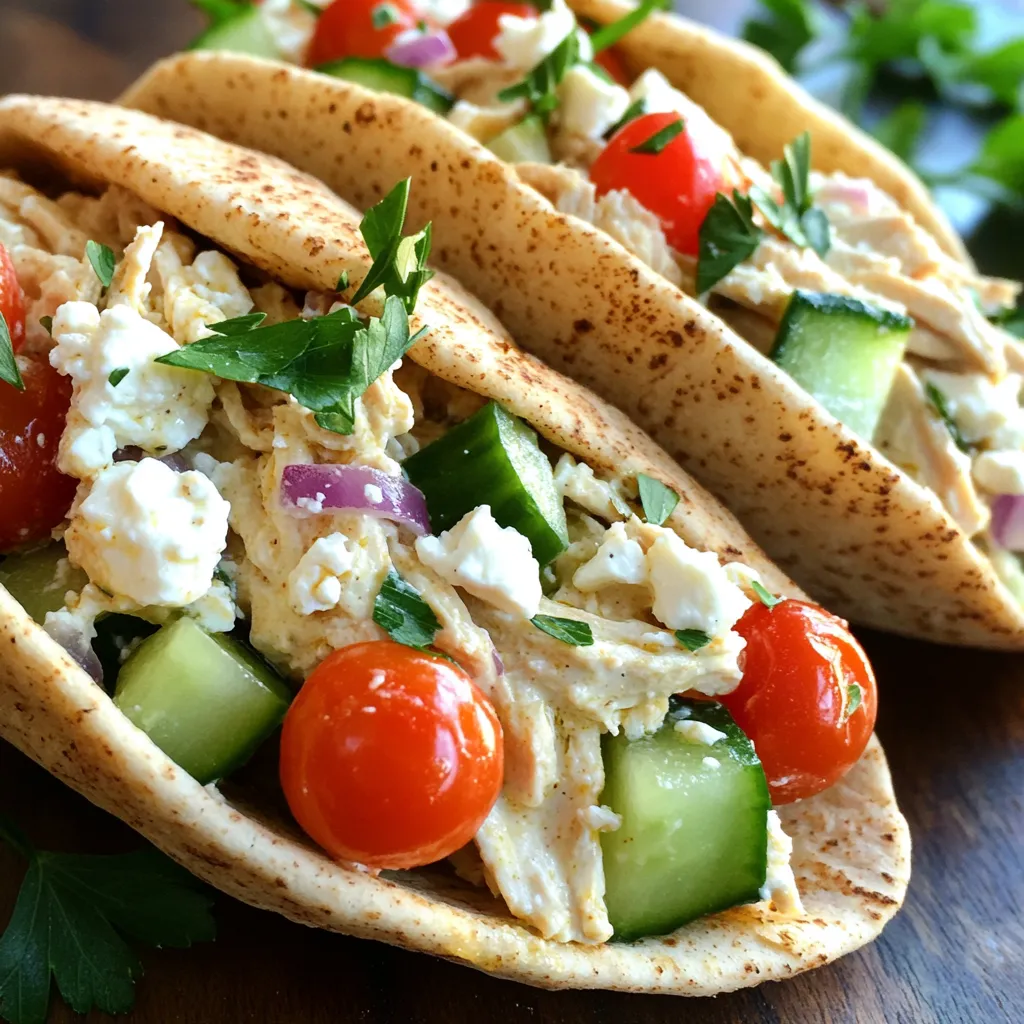 Für diese leckeren Pitas benötigst du einige einfache Hauptzutaten: - 4 Hähnchenbrustfilets, entbeint und ohne Haut - 1 Tasse griechischer Joghurt - 1/2 Tasse Feta-Käse, zerkrümelt - 1/4 Tasse Olivenöl - 2 Esslöffel Zitronensaft - 3 Knoblauchzehen, fein gehackt - 1 Esslöffel getrockneter Oregano - Salz und Pfeffer nach Geschmack - 4 Vollkorn-Pita-Taschen Diese Zutaten machen das Gericht cremig und voller Geschmack. Die Kräuter und Gewürze sind wichtig für den Geschmack. Du brauchst: - Getrockneter Oregano - Salz - Pfeffer Diese Gewürze bringen die griechischen Aromen in deine Pitas. Oregano ist ein Must-Have. Er gibt dem Hähnchen eine besondere Note. Frische Zutaten machen die Pitas noch besser. Hier sind einige tolle Ideen: - 1 Tasse Kirschtomaten, halbiert - 1 Gurke, gewürfelt - 1/4 rote Zwiebel, fein gehackt - Frische Petersilie, zur Garnitur Die Kirschtomaten und Gurken sorgen für Frische und Crunch. Petersilie bringt Farbe und Geschmack. Diese Zutaten machen das Gericht bunt und lecker. Beginne, indem du die Hähnchenbrustfilets gleichmäßig im Slow Cooker anordnest. Achte darauf, dass sie nicht übereinander liegen. So garen sie gleichmäßig und bleiben saftig. Dies ist der erste Schritt, um das köstliche, zarte Hähnchen zu erhalten, das du für die Pitas benötigst. Für die Marinade nimm eine Rührschüssel. Gib den griechischen Joghurt, den zerkrümelten Feta-Käse, das Olivenöl, den Zitronensaft und die gehackten Knoblauchzehen hinein. Füge auch den getrockneten Oregano, Salz und Pfeffer hinzu. Verquirle alles gut, bis die Mischung glatt und cremig ist. Diese Marinade verleiht dem Hähnchen einen reichen, griechischen Geschmack. Gieße die cremige Marinade über das Hähnchen im Slow Cooker. Stelle den Slow Cooker dann auf niedrig für 6-7 Stunden oder hoch für 3-4 Stunden ein. Das Hähnchen ist fertig, wenn es zart und leicht zu zerschreddern ist. Nach dem Garen nimm das Hähnchen heraus. Zerschredder es mit zwei Gabeln. Gib das zerschredderte Hähnchen zurück in den Slow Cooker und rühre um. So bleibt es schön saftig und wird perfekt für deine Pitas. Um die perfekte Konsistenz für die Hähnchenfüllung zu erreichen, achte darauf, das Hähnchen gut zu würzen. Die Kombination aus griechischem Joghurt, Feta und Olivenöl sorgt für eine cremige Textur. Wenn du die Füllung etwas dicker magst, füge mehr Feta hinzu. Wenn du sie dünner möchtest, kannst du etwas mehr Joghurt verwenden. Zerschredde das Hähnchen gut, damit die Sauce überall verteilt ist. Die Füllung in den Pitas kann leicht variiert werden. Füge zum Beispiel gebratene Paprika oder Oliven hinzu, um mehr Geschmack zu erhalten. Du kannst auch verschiedene Kräuter wie Dill oder Minze verwenden. Für eine extra Portion Gemüse, füge Spinat oder Rucola hinzu. Diese Zutaten bringen frische Aromen und neue Texturen in deine Pitas. Das Toasten der Pita-Taschen verleiht ihnen einen leckeren Crunch. Schneide die Pitas der Länge nach auf und lege sie auf ein Backblech. Du kannst sie leicht mit Olivenöl bestreichen, um den Geschmack zu verbessern. Toast sie im Ofen bei 180 Grad Celsius für etwa 5 bis 7 Minuten. Achte darauf, dass sie nicht zu dunkel werden. So bleiben sie weich und warm für die Füllung. {{image_4}} Für eine vegetarische Option können Sie Kichererbsen verwenden. Kichererbsen sind nahrhaft und sättigend. Mischen Sie sie mit griechischem Joghurt, Feta und Gewürzen. So erhalten Sie eine leckere Füllung. Auch gebratene Auberginen sind eine tolle Wahl. Sie bringen eine schöne Textur und Geschmack. Wenn Sie eine andere Proteinquelle nutzen möchten, probieren Sie Putenbrust. Sie hat einen ähnlichen Geschmack wie Hähnchen. Auch Tofu funktioniert gut. Marinieren Sie den Tofu in der gleichen Mischung. So wird er aromatisch und lecker. Für eine herzhaftere Variante können Sie auch Lamm verwenden. Es gibt den Pitas einen besonderen Touch. Nutzen Sie frisches Gemüse je nach Saison. Im Frühling sind Spargel und Erbsen eine gute Wahl. Im Sommer sind Tomaten und Paprika perfekt. Im Herbst können Sie Kürbis hinzufügen. Er bringt eine süße Note. Im Winter sind Rote Beete und Grünkohl großartig. Sie fügen Farbe und Nährstoffe hinzu. Nach dem Essen bleibt oft Füllung übrig. Bewahre sie in einem luftdichten Behälter auf. Lass die Mischung vor dem Lagern auf Raumtemperatur abkühlen. So bleibt sie frisch und lecker. Um die Pitas erneut zu erwärmen, gibt es verschiedene Methoden. Du kannst sie in der Mikrowelle aufwärmen, was schnell ist. Lege die Pitas auf einen Teller und decke sie mit einem feuchten Tuch ab. Erhitze sie für 30 Sekunden. Eine andere Methode ist das Erwärmen in der Pfanne. Erhitze eine Pfanne ohne Öl und lege die Pitas hinein. Erwärme sie für 1-2 Minuten pro Seite. So bleiben sie knusprig. Im Kühlschrank hält sich die Füllung bis zu 3 Tage. Stelle sicher, dass der Behälter gut verschlossen ist. Im Gefrierschrank kannst du die Füllung bis zu 3 Monate lagern. Zum Auftauen lege die Füllung über Nacht in den Kühlschrank. Achte darauf, sie gründlich zu erhitzen, bevor du sie servierst. So bleibt der Geschmack frisch und lecker. Das Hähnchen braucht 6-7 Stunden auf niedriger Stufe oder 3-4 Stunden auf hoher Stufe. Die Zeit kann je nach Größe der Stücke variieren. Achte darauf, dass das Hähnchen zart ist und sich leicht zerschreddern lässt. So bleibt es saftig und voller Geschmack. Ja, du kannst die Marinade im Voraus zubereiten. Mische Joghurt, Feta, Olivenöl, Zitronensaft, Knoblauch und Gewürze. Bewahre die Mischung im Kühlschrank auf. So sparst du Zeit an deinem Kochtag. Die Aromen können auch intensiver werden, wenn du die Marinade etwas ziehen lässt. Wenn du keinen Feta magst, probiere Ziegenkäse oder Ricotta. Beide Käsearten bieten einen ähnlichen Geschmack. Du kannst auch veganen Käse verwenden, um das Gericht pflanzlich zu halten. Experimentiere mit verschiedenen Käsesorten für neue Geschmackserlebnisse. Diese Anleitung zeigt, wie du cremige griechische Hähnchen Pitas zubereitest. Wir haben die Hauptzutaten und die besten Kräuter besprochen. Du hast gelernt, das Hähnchen im Slow Cooker vorzubereiten und die Marinade zu machen. Tipps für die perfekte Konsistenz und Variationen für die Füllung helfen dir dabei, kreativ zu sein. Bewahre Reste richtig auf und erneuere die Pitas leicht. Denke daran, dass die Zubereitung einfach ist und immer gut schmeckt. Viel Spaß beim Kochen und Genießen dieser leckeren Pitas!
