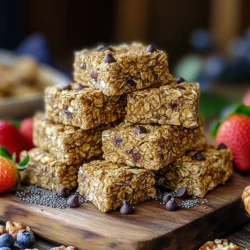 Um die No-Bake Chocolate Chip Granola Squares zuzubereiten, benötigst du folgende Zutaten: - 2 Tassen Haferflocken (gerollt) - 1 Tasse Mandelbutter (oder eine andere Nussbutter) - 1/3 Tasse Honig oder Ahornsirup - 1/2 Teelöffel Vanilleextrakt - 1/2 Tasse Mini-Schokoladenstückchen - 1/4 Tasse Chiasamen - 1/4 Tasse fein gehackte Nüsse (z.B. Mandeln oder Walnüsse) - Eine Prise Salz Diese Zutaten sind einfach zu finden und machen leckere Riegel. Wenn du eine Zutat nicht hast oder magst, gibt es tolle Alternativen: - Nussbutter: Ersetze Mandelbutter durch Erdnussbutter oder Sonnenblumenbutter. - Süßungsmittel: Nutze Agavendicksaft anstelle von Honig oder Ahornsirup. - Schokoladenstückchen: Verwende weiße Schokolade oder getrocknete Früchte, um mehr Geschmack zu bekommen. - Nüsse: Probiere verschiedene Nüsse wie Pekannüsse oder Haselnüsse. Das gibt deinen Riegeln einen neuen Twist! Die Auswahl der besten Zutaten macht einen großen Unterschied. Hier sind einige Tipps: - Haferflocken: Wähle ungesüßte, gerollte Haferflocken. Sie sind nahrhaft und lecker. - Nussbutter: Achte auf hochwertige Nussbutter ohne Zuckerzusatz. Das verbessert den Geschmack. - Honig: Bio-Honig hat oft mehr Geschmack als herkömmlicher Honig. - Schokolade: Achte darauf, dass die Schokoladenstückchen gut schmelzen. Gute Zutaten machen deine Riegel besonders lecker und gesund! Beginne mit einer großen Rührschüssel. Füge zwei Tassen Haferflocken hinzu. Dann kommen die Chiasamen dazu. Gib auch die fein gehackten Nüsse in die Schüssel. Mische alles gut durch. Achte darauf, dass die Zutaten gleichmäßig verteilt sind. Das sorgt für einen tollen Biss. Nimm eine separate Schüssel für die feuchten Zutaten. Gib eine Tasse Mandelbutter hinein. Füge 1/3 Tasse Honig oder Ahornsirup hinzu. Gieße auch 1/2 Teelöffel Vanilleextrakt in die Schüssel. Rühre alles kräftig um, bis die Masse glatt ist. Diese Mischung gibt den Riegeln ihren köstlichen Geschmack. Gieße die Mandelbutter-Mischung über die trockenen Zutaten. Mische alles gründlich, bis jede Haferflocke ummantelt ist. Sei vorsichtig, wenn du die Mini-Schokoladenstückchen unterhebst. Sie sollen ganz bleiben. Lege eine quadratische Backform mit Backpapier aus. Lass einen Überhang, um die Riegel später leicht herauszunehmen. Drücke die Mischung fest in die Form. Stelle die Backform für mindestens zwei Stunden in den Kühlschrank. Dadurch werden die Riegel fest. Nach der Kühlzeit kannst du die Riegel schneiden. Bewahre sie in einem luftdichten Behälter auf. So bleiben sie frisch. Ein häufiger Fehler ist, die Mischung nicht gut zu drücken. Wenn die Riegel locker sind, zerfallen sie leicht. Achte darauf, die Mischung fest in die Form zu drücken. Ein weiterer Fehler ist, die Schokoladenstückchen zu früh hinzuzufügen. Warte, bis die Mischung etwas abgekühlt ist, damit die Stückchen nicht schmelzen. Um die Riegel perfekt zu machen, verwende frische Zutaten. Alte Haferflocken oder Nüsse können den Geschmack beeinträchtigen. Stelle sicher, dass du die richtige Menge Mandelbutter nimmst. Diese sorgt für die nötige Bindung. Lass die Riegel mindestens zwei Stunden im Kühlschrank ruhen, damit sie fest werden. Wenn du es süßer magst, füge mehr Honig oder Ahornsirup hinzu. Beginne mit einem Esslöffel mehr und teste den Geschmack. Für eine festere Konsistenz kannst du mehr Haferflocken hinzufügen. Achte darauf, die Mischung gut zu vermengen. Dies hilft, die Aromen gleichmäßig zu verteilen. {{image_4}} Du kannst die No-Bake Chocolate Chip Granola Squares ganz nach deinem Geschmack anpassen. Füge zusätzliche Zutaten hinzu, um einen neuen Geschmack zu kreieren. Hier sind einige Ideen: - Trockenfrüchte: Rosinen, Cranberries oder Aprikosen bringen Süße und Frische. - Samen: Kürbiskerne oder Sonnenblumenkerne fügen einen knusprigen Biss hinzu. - Kokosraspeln: Sie geben einen tropischen Touch und passen gut zu Schokolade. Für eine vegane Version kannst du die Honig oder Ahornsirup durch Agavendicksaft ersetzen. Achte darauf, dass du eine glutenfreie Haferflockenmarke wählst. So sind die Riegel für alle geeignet. Das macht sie perfekt für viele Diäten. Wenn du Lust auf etwas Neues hast, probiere verschiedene Geschmäcker aus. Hier sind einige Vorschläge: - Erdnussbutter und Schokolade: Ersetze die Mandelbutter durch Erdnussbutter. Das gibt einen nussigen Kick. - Zimt und Äpfel: Füge Zimt und getrocknete Äpfel für einen herbstlichen Geschmack hinzu. - Schokolade und Minze: Verwende Minzextrakt und dunkle Schokolade für eine erfrischende Note. Diese Variationen machen deine Granola Squares besonders. Experimentiere und finde deine Lieblingskombination! Um die No-Bake Chocolate Chip Granola Squares frisch zu halten, bewahre sie in einem luftdichten Behälter auf. Der Kühlschrank ist ideal. So bleiben die Riegel weich und lecker. Stelle sicher, dass die Riegel nicht in direktem Kontakt mit Luft sind. Das verhindert, dass sie austrocknen. Diese Granola-Riegel sind im Kühlschrank bis zu einer Woche haltbar. Nach einer Woche können sie an Geschmack verlieren. Wenn du sie länger aufbewahren möchtest, friere sie ein. Achte darauf, dass sie gut verpackt sind, um Gefrierbrand zu vermeiden. Um die Riegel einzufrieren, schneide sie zuerst in Stücke. Lege sie dann in eine einzelne Schicht auf ein Backblech. Friere sie etwa zwei Stunden ein. Danach kannst du die Stücke in einen luftdichten Behälter oder einen Gefrierbeutel umfüllen. Beschrifte den Behälter mit dem Datum. So weißt du, wann sie eingefroren wurden. Die Riegel bleiben bis zu drei Monate frisch im Gefrierfach. Ja, du kannst andere Nussbutter verwenden. Erdnussbutter oder Cashewbutter sind gute Alternativen. Denke daran, dass der Geschmack sich leicht ändert. Achte darauf, eine cremige Nussbutter zu wählen. So lässt sich die Mischung gut vermengen. Die Riegel halten bis zu einer Woche im Kühlschrank. Lagere sie in einem luftdichten Behälter. So bleiben sie frisch. Du kannst sie auch in Portionen schneiden. Das macht das Snacken einfacher. Diese Riegel sind für die No-Bake-Methode gedacht. Sie brauchen keine Hitze. Das Kühlen hilft ihnen, fest zu werden. Wenn du sie backen möchtest, passe die Zutaten an. Das wird die Textur verändern. In diesem Blogbeitrag haben wir die besten Zutaten für leckere Granola-Riegel besprochen. Ich habe gezeigt, wie du sie bestens zubereitest und aufbewahrst. Außerdem habe ich Tipps geteilt, um häufige Fehler zu vermeiden. Du kannst die Riegel mit verschiedenen Zutaten anpassen und Variationen ausprobieren. Jetzt kannst du mit deinem eigenen Rezept starten. Experimentiere und finde deinen Lieblingsgeschmack. Mit diesen Tipps gelingen dir die Riegel immer wieder!