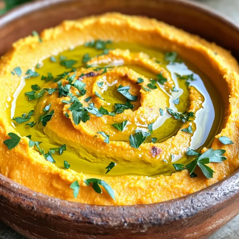 - 1 mittelgroßer Butternut-Kürbis, geschält und gewürfelt - 1 Dose (425 g) Kichererbsen, gut abgespült und abgetropft - 2 Esslöffel Tahini - 2 Esslöffel Olivenöl - 2 Esslöffel frisch gepresster Zitronensaft - 1 Knoblauchzehe, fein gehackt - 1 Teelöffel gemahlener Kreuzkümmel - ½ Teelöffel geräuchertes Paprikapulver - Salz und Pfeffer nach Geschmack - 2-3 Esslöffel Wasser (nach Bedarf für die Konsistenz) - Frische Petersilie, gehackt (zum Garnieren) Butternut-Kürbis gibt dem Hummus eine süße und cremige Basis. Kichererbsen sind die Hauptzutat und machen den Hummus proteinreich. Tahini bringt gesunde Fette und einen nussigen Geschmack. Olivenöl verleiht ein frisches Aroma. Zitronensaft sorgt für einen spritzigen Kick. Knoblauch fügt Tiefe hinzu. Kreuzkümmel und geräuchertes Paprikapulver runden die Aromen ab. Dieser Hummus ist vollgepackt mit Nährstoffen. Butternut-Kürbis ist reich an Vitamin A und Ballaststoffen. Kichererbsen bieten viele Proteine und komplexe Kohlenhydrate. Tahini enthält gesunde Fette und wichtige Mineralien. Olivenöl hat Antioxidantien, die gut für das Herz sind. Zitronensaft bringt Vitamin C und fördert die Immunität. Knoblauch hat viele gesundheitliche Vorteile, darunter die Unterstützung des Herz-Kreislauf-Systems. Insgesamt ist dieser Hummus nicht nur lecker, sondern auch gesund. Ich empfehle folgende Marken für die Zutaten: - Butternut-Kürbis: Frisch vom Markt oder im Supermarkt erhältlich. - Kichererbsen: Marken wie „Bonduelle“ oder „Alnatura“ bieten gute Optionen. - Tahini: „Achva“ oder „Seed + Mill“ sind meine Favoriten. - Olivenöl: Hochwertiges Olivenöl von „Bertolli“ oder „Kirkland“ ist ideal. - Gewürze: Verwende frische Gewürze von „Fuchs“ für besten Geschmack. Diese Marken bieten Qualität und Geschmack, die dein Hummus noch besser machen. Zuerst heize deinen Ofen auf 200°C vor. Nimm einen mittelgroßen Butternut-Kürbis. Schäle ihn und schneide ihn in Würfel. Das geht schnell, wenn du ein scharfes Messer verwendest. Lege ein Backblech mit Backpapier aus. Das verhindert das Anhaften. Gib die Kürbiswürfel in eine Schüssel. Mische sie mit 1 Esslöffel Olivenöl, Salz und Pfeffer. Verteile die Würfel gleichmäßig auf dem Blech. Röste den Kürbis für etwa 25 bis 30 Minuten. Achte darauf, dass die Stücke zart und leicht gebräunt sind. Nimm sie dann aus dem Ofen und lasse sie kurz abkühlen. Jetzt kommt der spaßige Teil! Nimm eine Küchenmaschine. Gib den abgekühlten, gerösteten Kürbis hinein. Füge die Kichererbsen hinzu. Nimm eine Dose, 425 g, gut abgespült und abgetropft. Auch Tahini, Olivenöl, frisch gepressten Zitronensaft und gehackten Knoblauch kommen dazu. Vergiss nicht die Gewürze: gemahlener Kreuzkümmel und geräuchertes Paprikapulver. Eine Prise Salz und Pfeffer dazu, um den Geschmack zu heben. Püriere alles gut, bis die Mischung schön glatt ist. Wenn der Hummus zu dick ist, füge Esslöffel für Esslöffel Wasser hinzu. So erreichst du die ideale Konsistenz. Wenn der Hummus fertig ist, gib ihn in eine Servierschüssel. Träufle etwas Olivenöl darüber. Das sieht nicht nur gut aus, es gibt auch Geschmack! Garniere den Hummus mit frischer, gehackter Petersilie. Das bringt Farbe und Frische ins Spiel. Du kannst den Hummus mit Gemüsesticks, Pita-Brot oder Crackern servieren. Er ist perfekt für Partys oder als Snack. Ein häufiger Fehler ist, den Butternut-Kürbis nicht richtig zu rösten. Achte darauf, dass die Würfel gleichmäßig geschnitten sind. So garen sie gleichmäßig. Überfülle das Backblech nicht, damit die Stücke nicht dampfen. Ein weiterer Fehler ist, den Hummus nicht genug zu pürieren. Eine glatte Textur ist wichtig. Wenn es klumpig bleibt, schmeckt es nicht so gut. Du kannst den Hummus nach deinem Geschmack anpassen. Magst du es scharf? Füge etwas Chili oder Cayenne-Pfeffer hinzu. Wenn du es nussiger magst, probiere geröstete Mandeln oder Walnüsse. Auch frische Kräuter wie Basilikum oder Koriander bringen mehr Geschmack. Sei kreativ und finde deine eigene perfekte Mischung. Die Konsistenz ist entscheidend für guten Hummus. Dies erreichst du mit Wasser. Beginne mit einem Esslöffel und füge mehr hinzu, bis es dir gefällt. Der Hummus sollte cremig, aber nicht zu flüssig sein. Wenn du ihn zu dick findest, einfach mehr Wasser hinzufügen. Achte darauf, beim Pürieren die Maschine gut zu nutzen, damit alles gleichmäßig vermischt wird. {{image_4}} Um den gerösteten Butternut-Kürbis-Hummus interessanter zu machen, füge neue Zutaten hinzu. Wenn du es scharf magst, gib eine Prise Chili oder Cayennepfeffer hinein. Das bringt eine tolle Wärme. Ein Esslöffel Erdnussbutter oder gemahlene Nüsse kann auch eine nussige Note geben. Diese Zutaten machen den Hummus noch leckerer und einzigartig. Dieser Hummus ist bereits vegan und glutenfrei, was ihn zu einer tollen Wahl macht. Wenn du eine cremigere Textur möchtest, kannst du mehr Tahini oder Olivenöl hinzufügen. Verwende für eine glutenfreie Option immer sicher, dass deine Beilagen wie Brot oder Cracker auch glutenfrei sind. So kannst du sicher genießen. Die Präsentation macht viel aus. Serviere den Hummus in einer schönen Schüssel und träufle etwas Olivenöl darüber. Du kannst auch frische Kräuter oder geröstete Nüsse als Garnitur verwenden. Serviere ihn mit Gemüsesticks, Pita-Brot oder Crackern. Auch kleine Schalen mit verschiedenen Toppings, wie z.B. Oliven oder Paprika, machen das Essen zu einem Erlebnis. Experimentiere und finde deine Lieblingskombination! Lagere den Hummus in einem luftdichten Behälter. Dies schützt ihn vor Luft und Bakterien. Stelle den Behälter im Kühlschrank auf. So bleibt der Hummus frisch und lecker. Hummus hält sich im Kühlschrank etwa 5 bis 7 Tage. Achte darauf, den Hummus gut zu verschließen. Wenn der Hummus schlecht riecht oder sich verfärbt, wirf ihn weg. So vermeidest du Lebensmittelverschwendung. Hummus lässt sich gut einfrieren. Verwende einen gefrierfesten Behälter. Teile den Hummus in Portionen auf. So kannst du nur das auftauen, was du brauchst. Lasse den Hummus im Kühlschrank auftauen, bevor du ihn verwendest. So bleibt der Geschmack am besten erhalten. Du kannst den Hummus bis zu fünf Tage im Kühlschrank aufbewahren. Achte darauf, ihn in einem luftdichten Behälter zu lagern. Wenn du ihn länger aufbewahren möchtest, friere ihn ein. So bleibt der Geschmack frisch. Du kannst den Hummus bis zu drei Monate im Gefrierfach lagern. Ja, du kannst frische Kichererbsen verwenden. Koche sie zuerst, bis sie weich sind. Dies kann 1-2 Stunden dauern. Achte darauf, sie gut abzuspülen und abtropfen zu lassen, bevor du sie in die Küchenmaschine gibst. Dies sorgt für eine bessere Textur und Geschmack. Es gibt viele leckere Beilagen für Hummus. Hier sind einige Ideen: - Karottensticks - Gurkenscheiben - Paprikastreifen - Pita-Brot - Crackers - Gemüsesalat Diese Beilagen bringen Farbe und Crunch zu deinem Hummus. Der geröstete Butternut-Kürbis-Hummus ist einfach zuzubereiten und lecker. Wir haben die Hauptzutaten, ihre Nährwerte und empfohlene Marken besprochen. Du hast gelernt, wie man Kürbis röstet, die Mischung zubereitet und kreative Serviervorschläge macht. Ich habe Tipps gegeben, um häufige Fehler zu vermeiden und den Hummus anzupassen. Für Variationen kannst du mit verschiedenen Aromen und Zutaten experimentieren. Beachte auch die besten Lagerbedingungen, damit dein Hummus frisch bleibt. Probiere es aus und genieße diesen köstlichen Dip!