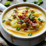 - 4 große Russet-Kartoffeln, geschält und gewürfelt - 1 mittelgroße Zwiebel, gehackt - 3 Knoblauchzehen, gehackt Die Hauptzutaten sind einfach zu finden. Die Russet-Kartoffeln geben der Suppe eine cremige Basis. Ich mag es, sie in kleine Stücke zu schneiden. So garen sie schneller und gleichmäßiger im Instant Pot. Die Zwiebel und der Knoblauch fügen viel Geschmack hinzu. Sie sind die Grundlage für das Aroma der Suppe. - 4 Tassen Gemüsebrühe - 1 Tasse Schlagsahne (oder Kokoscreme) Die Flüssigkeit ist wichtig für die Konsistenz. Gemüsebrühe gibt der Suppe Tiefe. Du kannst auch selbstgemachte Brühe verwenden, wenn du magst. Die Schlagsahne macht die Suppe schön cremig. Wenn du eine milchfreie Option willst, nimm Kokoscreme. Sie bringt eine angenehme Süße. - 1 Tasse geriebener Cheddarkäse (plus extra für das Topping) - 4 Scheiben Putenbacon, gebraten und zerbröselt (oder Tempeh-Bacon) Die Toppings machen die Suppe besonders. Der Cheddarkäse schmilzt gut und gibt einen tollen Geschmack. Ich liebe es, extra Käse oben drauf zu streuen. Der Putenbacon bringt eine salzige, knusprige Note. Für eine vegetarische Option kannst du Tempeh-Bacon nehmen. Diese Zutaten machen die Instant Pot Loaded Baked Potato Soup herzhaft und cremig. Wenn du sie alle hast, bist du bereit für ein einfaches und leckeres Gericht. - Gib Olivenöl in den Instant Pot. - Stelle den Instant Pot auf die Sauté-Funktion ein. - Lass das Öl eine Minute erhitzen. - Füge die gehackte Zwiebel hinzu. - Koche die Zwiebel, bis sie glasig ist, etwa 3-4 Minuten. - Füge den gehackten Knoblauch hinzu. - Brate den Knoblauch eine weitere Minute, bis er gut riecht. - Gib die gewürfelten Kartoffeln in den Topf. - Füge 4 Tassen Gemüsebrühe hinzu. - Rühre alles um, um die Zutaten zu vermischen. - Kratze eventuell angebratene Reste am Boden des Topfes los. - Streue 1 Teelöffel geräuchertes Paprikapulver in die Mischung. - Füge Salz und Pfeffer nach Geschmack hinzu. - Rühre erneut um, bis alles gut verteilt ist. - Schließe den Deckel des Instant Pots. - Stelle sicher, dass das Ventil auf „Sealing“ steht. - Setze den Instant Pot auf hohen Druck für 12 Minuten. Um die Suppe schön cremig zu machen, benutze einen Stabmixer. Damit pürierst du die Kartoffeln direkt im Topf. Wenn du keinen Stabmixer hast, fülle die Suppe in einen Standmixer. Sei dabei vorsichtig, denn die Suppe ist heiß. Püriere sie in kleinen Mengen, um Spritzer zu vermeiden. Du kannst den Geschmack deiner Suppe leicht anpassen. Probiere verschiedene Gewürze wie Kreuzkümmel oder Oregano aus. Frische Kräuter wie Petersilie oder Schnittlauch bringen mehr Aroma. Für extra Crunch kannst du Toppings verwenden. Zerbrösele mehr Putenbacon oder füge knusprige Zwiebeln hinzu. Auch Avocados oder Jalapeños passen gut dazu. Sei vorsichtig, wenn du das Ventil öffnest. Der Dampf kann sehr heiß sein. Verwende einen langen Löffel oder ein Küchentuch, um dich zu schützen. Achte darauf, dass der Deckel richtig schließt, bevor du den Instant Pot einschaltest. Wenn du die Suppe nach dem Kochen umfüllst, halte die heiße Flüssigkeit von dir fern. {{image_4}} Wenn du eine vegetarische Variante der Suppe machen möchtest, gibt es tolle Optionen. Du kannst Tempeh-Bacon anstelle von Putenbacon verwenden. Tempeh hat einen herzhaften Geschmack und passt gut zur Suppe. Für die Brühe kannst du eine Gemüsebrühe nutzen. Das gibt dir alle Aromen ohne Fleisch. Statt der Schlagsahne kannst du Kokoscreme verwenden. Diese macht die Suppe schön cremig und ist milchfrei. Pflanzliche Milch ist auch eine gute Wahl, wenn du es leichter magst. Um die Suppe noch bunter zu machen, füge Gemüse wie Karotten oder Sellerie hinzu. Diese geben extra Geschmack und Nährstoffe. Du kannst das Gemüse einfach zusammen mit den Kartoffeln in den Instant Pot geben. Bei den Käsesorten gibt es viele Möglichkeiten. Du kannst Cheddar verwenden, aber auch Gouda oder Mozzarella probieren. Jeder Käse bringt seinen eigenen Geschmack mit und macht die Suppe noch leckerer. Wenn du es scharf magst, füge scharfe Chilis oder eine scharfe Soße hinzu. Dies gibt der Suppe einen pikanten Kick. Achte darauf, die Menge nach deinem Geschmack anzupassen. Scharfe Käsesorten sind auch toll. Du kannst nach einem scharfen Cheddar oder Pepper Jack suchen. Diese Käse machen die Suppe noch würziger und aufregender. Um die Suppe im Kühlschrank zu lagern, lasse sie zuerst abkühlen. Fülle die Suppe in einen luftdichten Behälter. Achte darauf, dass der Behälter gut verschlossen ist. So bleibt die Suppe frisch und lecker. Du kannst die Suppe bis zu fünf Tage im Kühlschrank aufbewahren. Für die langfristige Lagerung ist der Gefrierschrank ideal. Fülle die abgekühlte Suppe in gefriergeeignete Behälter oder Gefrierbeutel. Lass etwas Platz, damit die Suppe beim Gefrieren ausdehnen kann. So bleibt die Suppe bis zu drei Monate haltbar. Die Suppe bleibt frisch, wenn du sie richtig lagerst. Im Kühlschrank hält sie bis zu fünf Tage. Achte darauf, dass du sie gut verschließt. Wenn du die Suppe im Gefrierschrank lagerst, bleibt sie etwa drei Monate gut. Wenn du Reste aufwärmst, gehe vorsichtig vor. Erwärme die Suppe in einem Topf auf dem Herd. Rühre sie gut um, damit sie gleichmäßig warm wird. Du kannst die Suppe auch in der Mikrowelle aufwärmen. Achte darauf, dass sie gleichmäßig heiß ist. Füge bei Bedarf etwas Brühe oder Wasser hinzu, um die Konsistenz zu verbessern. Die Zubereitung dieser Suppe dauert insgesamt etwa 40 Minuten. Die Vorbereitungszeit beträgt nur 10 Minuten. Du schälst und würfelst die Kartoffeln, hackst die Zwiebel und den Knoblauch. Danach kochst du die Suppe im Instant Pot für 12 Minuten unter Druck. Vergiss nicht, 10 Minuten für das natürliche Druckablassen einzuplanen. Ja, du kannst die Suppe im Voraus machen. Bereite die Suppe ganz normal zu und lasse sie dann abkühlen. Fülle sie in einen luftdichten Behälter. So kannst du sie im Kühlschrank für bis zu drei Tage aufbewahren. Wenn du sie später essen möchtest, erwärme sie einfach auf dem Herd oder in der Mikrowelle. Du kannst auch die Hälfte der Suppe einfrieren und bei Bedarf auftauen. Zu dieser herzhaften Suppe passen viele Beilagen gut. Ein frisches Baguette oder knuspriges Brot ist immer eine gute Wahl. Du kannst auch einen einfachen grünen Salat dazu servieren. Für etwas mehr Crunch sind Tortilla-Chips oder Cracker ideal. Wenn du magst, probiere einen frischen Kräutersalat mit Zitrone. Diese Anleitung zeigt, wie man eine leckere Kartoffelsuppe im Instant Pot zubereitet. Wir haben über die Hauptzutaten, flüssige Zutaten und kreative Toppings gesprochen. Außerdem gab es Tipps zur perfekten Konsistenz und Möglichkeiten zur geschmacklichen Anpassung. Die Suppe ist vielseitig und lässt sich leicht lagern. Experimentiere mit Varianten, um deinen Lieblingsgeschmack zu finden. Mach dich bereit, diese einfache Suppe jederzeit zu genießen. Sie wird sicher jeden Tisch bereichern und nach mehr verlangen lassen.