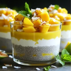 - 1 Tasse Kokosmilch - 1/4 Tasse Chiasamen - 2 Esslöffel Honig oder Ahornsirup - 1 reife Mango, gewürfelt - 1 Teelöffel Vanilleextrakt - Eine Prise Salz Die Hauptzutaten sind einfach und frisch. Kokosmilch gibt dem Pudding einen cremigen Geschmack. Chiasamen sind die Basis und machen den Pudding dick. Honig oder Ahornsirup sorgt für die Süße. Ich wähle reife Mango für den besten Geschmack. Vanilleextrakt bringt Tiefe. Eine Prise Salz hebt alle Aromen hervor. - Geröstete Kokosflocken - Frische Minzblätter Garnierungen machen den Pudding besonders. Geröstete Kokosflocken fügen einen knusprigen Biss hinzu. Frische Minzblätter geben einen kühlen, frischen Geschmack. Diese einfachen Extras machen die Mango Coconut Chia Pudding Cups noch ansprechender. Sie sehen toll aus und schmecken fantastisch. - Nimm eine mittelgroße Schüssel. - Gib 1 Tasse Kokosmilch, 1/4 Tasse Chiasamen, 2 Esslöffel Honig, 1 Teelöffel Vanilleextrakt und eine Prise Salz hinein. - Rühre die Mischung gut mit einem Schneebesen, bis alles gleichmäßig verteilt ist. - Lass die Mischung für etwa 10 Minuten ruhen. - Rühre erneut um, um Klumpen zu vermeiden. - Decke die Schüssel ab und stelle sie für mindestens 4 Stunden in den Kühlschrank. - Nach dem Kühlen rühre den Pudding gut um. - Ist der Pudding zu dick? Füge etwas mehr Kokosmilch hinzu. - Schichte die Chia-Pudding-Mischung in kleine Becher. - Beginne mit einer Schicht Chia-Pudding. - Füge eine Schicht gewürfelte Mango hinzu. - Wiederhole die Schichten, bis die Becher voll sind. - Dekoriere die Becher mit gerösteten Kokosflocken und frischen Minzblättern. Wenn Ihr Pudding zu dick ist, keine Sorge. Fügen Sie einfach mehr Kokosmilch hinzu. Rühren Sie gut um, bis Sie die gewünschte Konsistenz haben. Ein cremiger Pudding ist das Ziel. Für eine schöne Präsentation schichten Sie die Zutaten in den Bechern. Beginnen Sie mit dem Pudding. Fügen Sie dann die Mango hinzu. Wiederholen Sie die Schichten, bis die Becher voll sind. Dekorieren Sie die Becher mit gerösteten Kokosflocken. Frische Minzblätter sind auch eine tolle Garnierung. Sie können Honig oder Ahornsirup verwenden. Honig hat einen blumigen Geschmack, während Ahornsirup süß und reich ist. Passen Sie die Süße nach Ihrem Geschmack an. Beginnen Sie mit zwei Esslöffeln und kosten Sie dann. Fügen Sie mehr hinzu, wenn nötig. {{image_4}} Du kannst andere Obstsorten ausprobieren. Erdbeeren, Heidelbeeren oder Bananen passen gut dazu. Diese Früchte bringen neue Farben und Geschmäcker. Saisonale Variationen sind auch toll. Im Sommer nutze frische Pfirsiche oder Himbeeren. Im Herbst kannst du Äpfel oder Birnen hinzufügen. So bleibt der Pudding immer spannend und frisch. Das Rezept ist sehr flexibel. Du kannst zusätzliche Aromen wie Zimt oder Kokosnussextrakt hinzufügen. Diese kleinen Extras machen viel aus. Wenn du andere pflanzliche Milchsorten magst, probiere Mandel- oder Hafermilch. Jede Milch hat ihren eigenen Geschmack. So kannst du deinen Pudding immer wieder neu erfinden. Wenn du vegan essen möchtest, gibt es viele Optionen. Süße den Pudding mit Ahornsirup oder Agavendicksaft. Diese sind gute Alternativen zu Honig. Verwende pflanzliche Milch wie Mandel- oder Sojamilch. So bleibt dein Pudding ganz ohne tierische Produkte. Es gibt viele Wege, diesen Pudding lecker und vegan zu machen. Kokos Chia Pudding ist leicht zu lagern. Bewahre die Becher im Kühlschrank auf. Sie bleiben bis zu fünf Tage frisch. Achte darauf, die Becher gut abzudecken. So bleibt der Pudding vor Gerüchen geschützt. Um die Frische zu erhalten, kannst du Frischhaltefolie verwenden. Vermeide es, die Becher offen zu lassen. Das hilft, die cremige Textur zu bewahren. Batch-Cooking macht das Leben einfacher. Bereite mehrere Becher Mango Kokos Chia Pudding vor. So hast du gesunde Snacks für die Woche. Diese Becher sind perfekt für Frühstück oder Dessert. Für besondere Anlässe kannst du die Becher auch im Voraus zubereiten. Du kannst sie bis zu zwei Tage vorher machen. Das spart Zeit und sorgt für einen stressfreien Service. Du kannst den Pudding auch einfrieren. Fülle ihn in luftdichte Behälter. So bleibt er bis zu drei Monate frisch. Achte darauf, etwas Platz im Behälter zu lassen. Der Pudding dehnt sich beim Gefrieren aus. Zum Auftauen stelle den Becher in den Kühlschrank. Lass ihn über Nacht auftauen. Rühre den Pudding gut um, bevor du ihn servierst. Wenn er zu dick ist, füge etwas Kokosmilch hinzu. Du kannst den Pudding bis zu fünf Tage im Kühlschrank aufbewahren. Achte darauf, ihn gut abzudecken. So bleibt er frisch und lecker. Ich empfehle, ihn in einem luftdichten Behälter zu lagern. So verhinderst du, dass er Gerüche aus dem Kühlschrank aufnimmt. Ja, du kannst die Chiasamen vorher einweichen. Das hilft ihnen, schneller aufzuquellen. Mische die Chiasamen mit etwas Kokosmilch. Lass sie etwa 30 Minuten stehen. So wird dein Pudding noch cremiger. Ja, das Rezept ist glutenfrei. Alle Zutaten sind von Natur aus ohne Gluten. Das macht es perfekt für Menschen mit Glutenunverträglichkeit. Du kannst den Pudding also ohne Bedenken genießen. Aus diesem Rezept erhältst du vier Portionen. Du kannst die Portionen auch anpassen, wenn du mehr oder weniger brauchst. Halte einfach die Mengen der Zutaten im Auge. Chiasamen sind sehr gesund. Sie sind reich an Ballaststoffen, Omega-3-Fettsäuren und Antioxidantien. Diese Nährstoffe unterstützen die Verdauung und die Herzgesundheit. Außerdem halten sie dich lange satt. Zusammenfassend haben wir leckere Zutaten für Mango Kokos Chia Pudding betrachtet. Wir haben die Hauptzutaten wie Kokosmilch und Chiasamen besprochen. Außerdem habe ich dir eine Schritt-für-Schritt-Anleitung gegeben, um den perfekten Pudding zu erstellen. Vergiss nicht, die Konsistenz anzupassen und mit frischen Früchten zu garnieren. Probiere verschiedene Variationen aus, um deinen Pudding spannend zu gestalten. Mit diesen Tipps kannst du gesunde Snacks ganz einfach zubereiten und genießen. Genieße die Vielseitigkeit dieses Rezepts!