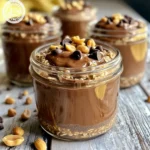 Die Hauptzutaten sind einfach und lecker. Du brauchst: - 1 Tasse Haferflocken (gerollt) - 2 Tassen Mandelmilch (oder Milch nach Wahl) - 3 Esslöffel Chiasamen - 2 Esslöffel natürliche Erdnussbutter - 2 Esslöffel Kakaopulver - 2 Esslöffel Ahornsirup (oder Honig) - 1/2 Teelöffel Vanilleextrakt - Eine Prise Salz - 1/4 Tasse Schokoladenstückchen (dunkel oder milchig) - Gehackte Erdnüsse zum Garnieren Diese Zutaten schaffen den perfekten Mix aus Geschmack und Nährstoffen. Du kannst verschiedene Milcharten verwenden. Mandelmilch ist leicht und gut. Du kannst auch Sojamilch, Hafermilch oder normale Kuhmilch nehmen. Jede Milch bringt ihren eigenen Geschmack. Wenn du Erdnussbutter kaufst, achte auf die Zutaten. Wähle eine Marke, die keine Zusätze hat. Natürliche Erdnussbutter ist am besten. Sie hat nur Erdnüsse und vielleicht etwas Salz. Diese Optionen bieten den besten Geschmack und die beste Textur. Zuerst nimmst du eine Rührschüssel. Füge die gerollten Haferflocken und die Mandelmilch hinzu. Dann kommen die Chiasamen, die Erdnussbutter und das Kakaopulver dazu. Gib auch den Ahornsirup, den Vanilleextrakt und eine Prise Salz hinzu. Rühre alles gut um. Verwende einen Löffel oder einen Schneebesen, um die Zutaten zu vermengen. Achte darauf, dass die Erdnussbutter sich gut verteilt. Jetzt ist es Zeit, die Schokoladenstückchen hinzuzufügen. Nimm die Mischung und hebe die Schokoladenstückchen vorsichtig unter. So bleiben die Stückchen ganz und verteilen sich gleichmäßig in der Mischung. Verteile die Mischung gleichmäßig auf kleine Gläser oder Behälter. Schließe die Behälter gut. Stelle sie dann über Nacht in den Kühlschrank. So können die Haferflocken die Flüssigkeit aufnehmen und die Chiasamen quellen. Am nächsten Morgen rührst du die Mischung gut um. Ist sie zu dick, füge einen Schuss Milch hinzu. Garniere dein Frühstück vor dem Servieren mit gehackten Erdnüssen und Schokoladenstückchen. Du kannst die Overnight Oats kalt essen oder sie leicht im Mikrowellenherd erwärmen. Ein häufiger Fehler ist, die Haferflocken nicht gut genug zu vermengen. Achte darauf, alle Zutaten gründlich zu mischen. Wenn du die Erdnussbutter nicht gleichmäßig einrührst, bleibt sie klumpig. Ein weiterer Fehler ist, die Mischung nicht lange genug im Kühlschrank zu lassen. Gib den Haferflocken Zeit, die Flüssigkeit aufzunehmen. Mindestens vier Stunden sind wichtig, besser über Nacht. Falls deine Overnight Oats zu dick sind, füge einfach einen Schuss Milch hinzu. Rühre gut um, bis die gewünschte Cremigkeit erreicht ist. Wenn du eine dickere Konsistenz magst, kannst du weniger Milch verwenden. Chiasamen werden beim Einweichen dick. Du kannst die Menge der Chiasamen anpassen, je nach Vorliebe. Für extra Crunch und Geschmack mag ich, gehackte Erdnüsse hinzuzufügen. Du kannst auch frisches Obst wie Bananen oder Beeren verwenden. Ein Hauch von Kakaonibs oder ein Spritzer Honig macht das Ganze noch leckerer. Schokoladenstückchen sind eine weitere tolle Ergänzung. Experimentiere mit verschiedenen Toppings, um dein perfektes Frühstück zu finden! {{image_4}} Wenn du mehr Protein brauchst, füge Joghurt hinzu. Griechischer Joghurt passt gut. Er macht die Overnight Oats cremiger. Du kannst auch pflanzlichen Joghurt verwenden. Mische einfach etwas Joghurt in die Basis-Mischung. So steigerst du den Proteingehalt schnell. Für eine vegane Version sind einfache Alternativen verfügbar. Ersetze die Milch durch Hafer- oder Sojamilch. Nutze vegane Schokoladenstückchen anstelle von normalen. Für den Süßstoff kannst du Agavensirup verwenden. Diese Alternativen machen das Rezept pflanzenbasiert. So bleibt der Geschmack trotzdem lecker und reichhaltig. Experimentiere mit anderen Nussbuttern. Mandelbutter und Cashewbutter sind tolle Optionen. Diese bringen andere Geschmäcker in die Overnight Oats. Du kannst auch eine Mischung aus Nussbuttern verwenden. Das schafft eine interessante Geschmackstiefe. Probiere, wie sich der Geschmack verändert. So wird jedes Mal ein neues Erlebnis. Um Overnight Oats gut zu lagern, benutze einen luftdichten Behälter. So bleiben die Oats frisch und lecker. Du kannst Gläser, Plastikdosen oder spezielle Aufbewahrungsbehälter verwenden. Achte darauf, die Mischung gut zu verschließen, damit keine Luft eindringt. Wenn du die Oats anrührst, lass etwas Platz oben, damit sie nicht überlaufen. Die Haltbarkeit von Overnight Oats liegt bei etwa drei bis fünf Tagen im Kühlschrank. Es ist wichtig, sie in den ersten zwei Tagen zu essen, um die beste Frische zu genießen. Wenn du sie länger aufbewahren möchtest, achte darauf, keine frischen Toppings hinzuzufügen. Füge diese erst kurz vor dem Essen hinzu. So bleibt alles knusprig und lecker. Ja, du kannst die Oats einfrieren! Das ist eine tolle Möglichkeit, um Zeit zu sparen. Fülle die Mischung in einen gefrierfesten Behälter. Lass etwas Platz oben, damit sie beim Einfrieren Platz haben. Wenn du sie essen möchtest, lass sie einfach im Kühlschrank auftauen. So hast du jederzeit eine schnelle, leckere Mahlzeit zur Hand. Overnight Oats halten sich gut im Kühlschrank. Du kannst sie bis zu fünf Tage aufbewahren. Stelle sicher, dass sie in einem luftdichten Behälter sind. So bleiben sie frisch und lecker. Ja, du kannst andere Süßungsmittel verwenden. Honig und Agavendicksaft sind gute Optionen. Du kannst auch Stevia oder Kokosblütenzucker probieren. Achte darauf, die Menge nach deinem Geschmack anzupassen. Ja, Overnight Oats sind gesund. Sie sind reich an Ballaststoffen und Nährstoffen. Haferflocken fördern die Verdauung und geben dir Energie. Die Chiasamen sind ebenfalls gut für deine Gesundheit. Sie enthalten Omega-3-Fettsäuren und Antioxidantien. Die Erdnussbutter-Tassen Overnight Oats sind einfach zuzubereiten. Du hast die besten Zutaten gewählt, die Mischung richtig gemacht und die perfekten Tipps befolgt. Denke daran, auch Variationen auszuprobieren, um neue Geschmäcker zu entdecken. Die Lagerung ist wichtig für die Frische. Du kannst sie im Kühlschrank und sogar im Gefrierfach aufbewahren. Diese Snacks sind nicht nur lecker, sondern auch nährstoffreich und einfach. Holt euch kreative Ideen für eure nächste Mahlzeit!