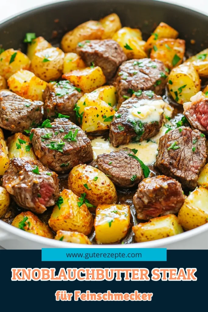 Entdecke das perfekte Rezept für Knoblauchbutter Steak Kartoffeln Pfanne! Dieses köstliche Gericht vereint zartes Steak und goldbraune Kartoffeln, verfeinert mit aromatischem Knoblauch und Kräutern. Ideal für ein schnelles Abendessen mit Freunden oder Familie. Lass dir diese einfache Zubereitung nicht entgehen und klicke jetzt, um alle Schritte und Tipps zu erfahren. #Knoblauchbutter #Steak #Kartoffeln #Pfanne