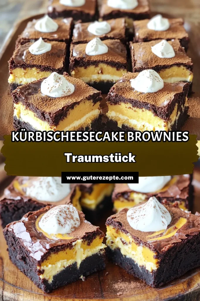 Entdecken Sie das perfekte Rezept für Kürbis-Cheesecake-Swirl-Brownies! Diese köstlichen Brownies kombinieren den reichen Geschmack von Schokolade mit einer cremigen Kürbis-Cheesecake-Schicht – absolut himmlisch! Ideal für jede Jahreszeit, aber besonders im Herbst. Bereiten Sie diese Leckerei in nur 55 Minuten zu und imponieren Sie Ihre Gäste. Klicken Sie hier, um die vollständigen Rezeptdetails zu erfahren! #KürbisBrownies #CheesecakeSwirl #Backen #Herbstrezepte