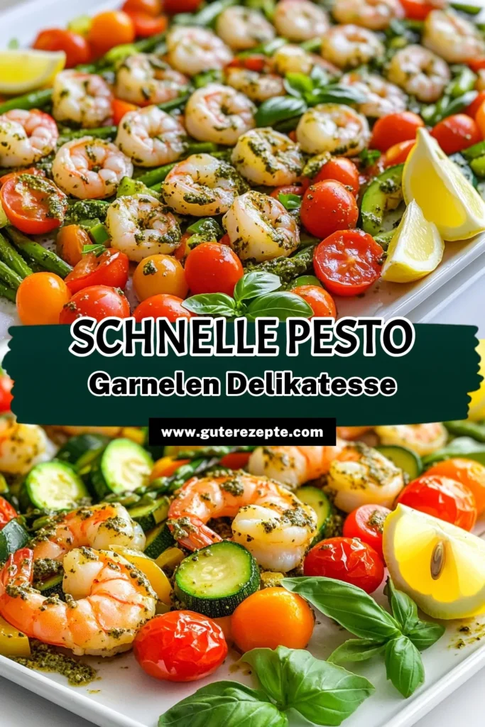 Entdecken Sie das einfache und köstliche Rezept für Blechgerührtes Pesto-Garnelen & Gemüse! In nur 25 Minuten verwandeln Sie frische Garnelen und knackiges Gemüse in ein aromatisches Gericht, das sowohl gesund als auch schmackhaft ist. Perfekt für ein schnelles Abendessen oder ein eindrucksvolles Familienessen. Klicken Sie jetzt durch und genießen Sie die Zubereitung! #PestoGarnelen #GesundeRezepte #SchnelleKüche #VegetarischeGerichte